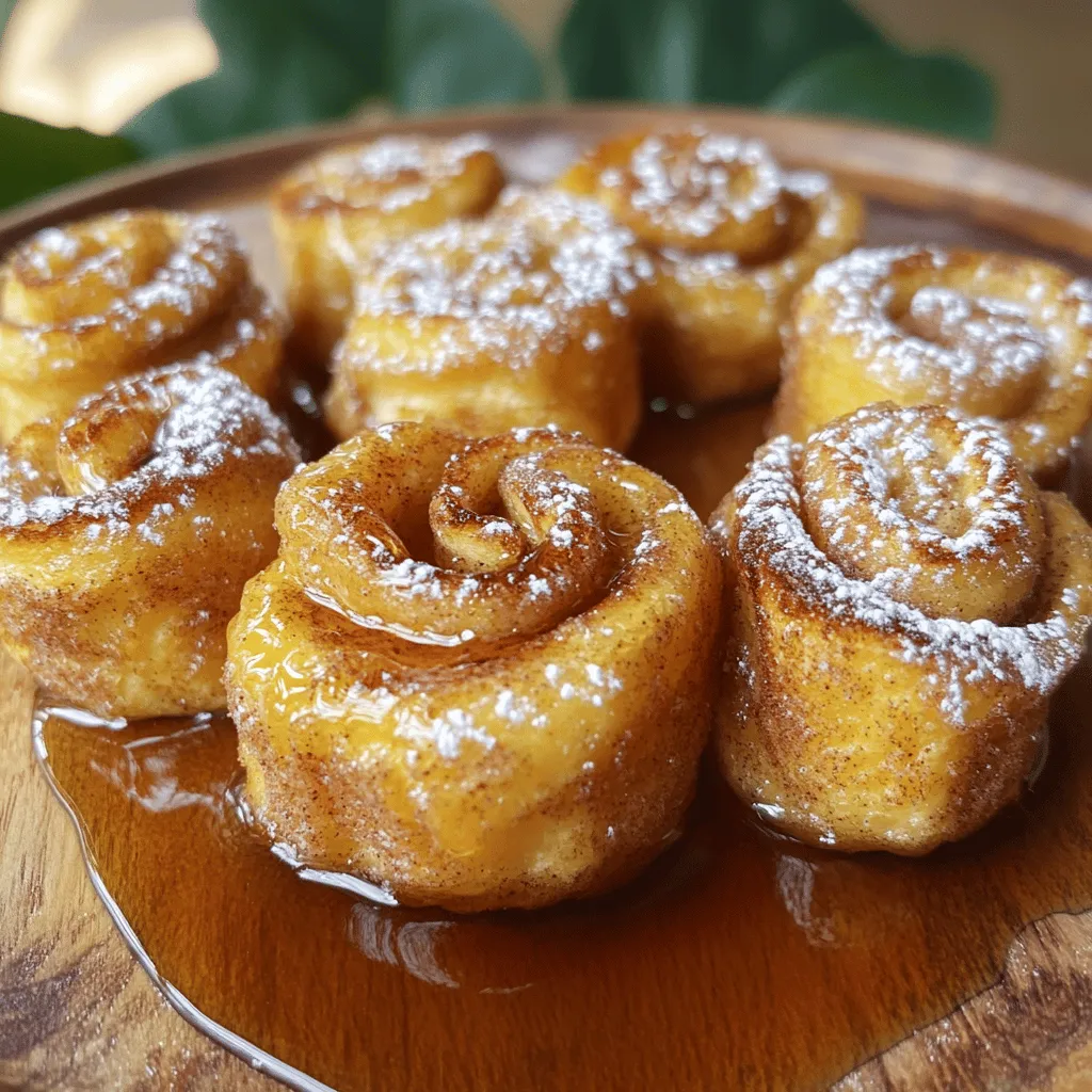 Für die Zimt-Schnecken French Toast Bites brauchst du: - 1 Dose gekühlte Zimt-Schnecken (8 Rollen) - 3 große Eier - 60 ml Milch - 1 Teelöffel Vanilleextrakt - 1 Teelöffel gemahlener Zimt - 1/4 Teelöffel Muskatnuss - Butter zum Braten - Ahornsirup zum Servieren - Puderzucker zum Bestäuben (optional) Diese Zutaten machen das Gericht besonders lecker. Die Zimt-Schnecken sind der Hauptstar. Sie bringen den süßen, würzigen Geschmack, den wir lieben. Du kannst auch einige Zutaten hinzufügen, um den Geschmack zu variieren. Zum Beispiel: - Frische Beeren für Frische und Farbe - Nüsse für einen knusprigen Biss - Schokoladensplitter für mehr Süße Diese Zusätze machen die Bites noch spannender. Du kannst sie nach deinem Geschmack anpassen. Beim Einkauf der Zutaten achte auf Qualität. Wähle frische Eier und hochwertige Milch. Das macht den Unterschied. Die Zimt-Schnecken sollten frisch sein. So bleiben sie weich und fluffig. Wenn du die Zimt-Schnecken selbst machst, kannst du die Gewürze nach Geschmack anpassen. Denke daran, dass die Butter beim Braten wichtig ist. Sie sorgt für die goldbraune Farbe und den tollen Geschmack. Verwende sie großzügig, aber nicht zu viel. Für die besten Ergebnisse, halte die Zutaten bereit, bevor du beginnst. So wird das Kochen einfacher und schneller. Für das vollständige Rezept und die Details, schau dir das [Full Recipe] an. Zuerst heizen wir unsere Pfanne oder Griddle bei mittlerer Hitze vor. Fügen Sie ein kleines Stück Butter hinzu, damit die Oberfläche schön beschichtet ist. Als Nächstes öffnen Sie die Dose mit den Zimt-Schnecken. Trennen Sie die Rollen und schneiden Sie jede Rolle in Viertel. Diese kleinen Stücke sind perfekt für das Braten. Bereiten Sie dann die Eiermischung vor. Nehmen Sie eine große Rührschüssel und geben Sie die Eier, die Milch, den Vanilleextrakt, den gemahlenen Zimt und die Muskatnuss hinein. Verquirlen Sie alles gut, bis die Mischung gleichmäßig aussieht. Diese Mischung wird unseren Bissen viel Geschmack geben. Sobald die Pfanne heiß genug ist, nehmen Sie einen Schaumlöffel und geben einige Stücke der Zimt-Schnecken-Bisse hinein. Achten Sie darauf, dass sie sich nicht überlappen. Braten Sie die Bisse ungefähr 2–3 Minuten auf jeder Seite. Sie sollten goldbraun und leicht knusprig sein. Seien Sie vorsichtig beim Wenden, damit die Stücke nicht auseinanderfallen. Wenn sie fertig sind, nehmen Sie die Bisse aus der Pfanne. Halten Sie sie warm in einem auf niedriger Stufe vorgeheizten Ofen, während Sie die restlichen Portionen zubereiten. Servieren Sie die French Toast Bites warm. Gießen Sie etwas Ahornsirup darüber und bestäuben Sie sie nach Belieben mit Puderzucker. Für einen zusätzlichen Farbtupfer können Sie frische Beeren auf dem Teller anrichten. So sehen die Zimt-Schnecken Bites auch noch toll aus. Für das gesamte Rezept schauen Sie in die Sektion "Full Recipe". Um die perfekte Konsistenz für deine Zimt-Schnecken French Toast Bites zu erreichen, achte auf die Eier-Milch-Mischung. Die Mischung sollte gut verquirlt und gleichmäßig sein. Verwende frische Eier, denn sie geben der Mischung mehr Halt. Lass die geschnittenen Zimtrollen für ein paar Minuten in der Mischung ziehen. So saugen sie die Flüssigkeit auf. Dies sorgt für einen saftigeren Biss. Ein häufiger Fehler ist, die Bites zu lange in der Pfanne zu lassen. Überwache die Zeit genau. Brate sie nur 2–3 Minuten auf jeder Seite, bis sie goldbraun sind. Wenn die Bites zu lange braten, werden sie trocken. Achte zudem darauf, die Stücke nicht zu dicht in die Pfanne zu legen. Sie brauchen Platz, um gleichmäßig zu bräunen und nicht zusammenzukleben. Zimt-Schnecken French Toast Bites sind perfekt für besondere Anlässe. Du kannst sie in einer großen Menge zubereiten. Halte die fertigen Bites im warmen Ofen, während du die anderen Portionen machst. Dekoriere sie schön mit frischen Beeren und Puderzucker. Das Auge isst mit! Außerdem kannst du verschiedene Toppings anbieten, wie Schokoladensauce oder verschiedene Sirupsorten. So wird dein Frühstück zum echten Fest! {{image_4}} Du kannst die Gewürze leicht ändern, um neue Geschmäcker zu entdecken. Zum Beispiel, füge einen Teelöffel Kakaopulver hinzu, um Schokolade zu genießen. Oder mische etwas Ingwer oder Kardamom für eine warme Note. Zimt ist klassisch, aber andere Gewürze bringen mehr Vielfalt. Experimentiere mit verschiedenen Kombinationen, um deinen perfekten Biss zu finden. Wenn du gesündere Optionen suchst, ersetze die Milch durch Mandel- oder Hafermilch. Statt Butter kannst du Kokosöl verwenden. Auch die Zimt-Schnecken lassen sich durch Vollkornrollen ersetzen. So bleibt das Rezept lecker, aber nährstoffreicher. Du kannst außerdem den Zucker in der Zubereitung reduzieren oder Honig verwenden. Diese kleinen Änderungen machen einen großen Unterschied. Die Präsentation macht alles aus. Serviere die Bites auf einem schönen Teller mit frischen Beeren. Eine Schale mit Joghurt oder griechischem Joghurt passt gut dazu. Du kannst auch geröstete Nüsse oder Schokoladenstückchen darüber streuen. Für einen besonderen Touch, serviere sie mit einer warmen Vanillesoße. So wird dein Frühstück zum Highlight. Schau dir das Full Recipe an, um weitere Ideen zu bekommen. Wenn Sie Reste der Zimt-Schnecken French Toast Bites haben, stellen Sie sicher, dass sie abgekühlt sind. Legen Sie die Bites in einen luftdichten Behälter. So bleiben sie frisch. Im Kühlschrank halten sie sich etwa 2 bis 3 Tage. Für längere Lagerung können Sie die Bites einfrieren. Legen Sie die abgekühlten Bites auf ein Backblech und frieren Sie sie für 1 bis 2 Stunden ein. Dann können Sie sie in einen gefrierfesten Beutel umfüllen. So bleiben sie bis zu 2 Monate haltbar. Um sie wieder zu erwärmen, lassen Sie sie über Nacht im Kühlschrank auftauen. Dann können Sie sie bei 180 °C im Ofen kurz aufwärmen, bis sie heiß sind. Die Reste sollten immer gut verpackt sein. Im Kühlschrank sind sie 2 bis 3 Tage haltbar. Wenn Sie die Bites eingefroren haben, genießen Sie sie innerhalb von 2 Monaten. So schmecken sie immer frisch und lecker. Die Zubereitung dieser Zimt-Schnecken French Toast Bites dauert etwa 20 Minuten. Die Vorbereitungszeit beträgt etwa 10 Minuten. Das Braten nimmt dann weitere 10 Minuten in Anspruch. So kannst du schnell ein schmackhaftes Frühstück oder Dessert zaubern. Ja, du kannst die Zimt-Schnecken selbst machen, wenn du mehr Zeit hast. Ein einfaches Rezept umfasst Mehl, Zucker, Hefe, Zimt und Butter. Mische die Zutaten und lasse den Teig aufgehen. Rolle ihn dann aus, bestreiche ihn mit Zimt-Zucker-Mischung und forme die Schnecken. Das ist eine tolle Option, wenn du frische, hausgemachte Zimt-Schnecken möchtest! Zu den Zimt-Schnecken French Toast Bites passen viele Beilagen gut. Hier sind einige Vorschläge: - Frische Beeren wie Erdbeeren oder Blaubeeren - Schlagsahne für mehr Süße - Joghurt für einen frischen Geschmack - Nüsse für etwas Crunch - Ein Spritzer Zitrone für einen interessanten Kontrast Diese Beilagen machen das Gericht noch leckerer! In diesem Blogbeitrag habe ich die besten Zutaten und Zubereitungsschritte für French Toast Bites vorgestellt. Wir haben auch Tipps für perfekte Konsistenz und gängige Fehler behandelt. Zudem habe ich kreative Variationen und Aufbewahrungstipps gegeben. Diese leckeren Häppchen sind einfach und vielseitig. Am Ende kannst du sie ganz nach deinem Geschmack anpassen. Probiere es aus und genieße die köstlichen French Toast Bites mit Freunden oder Familie!