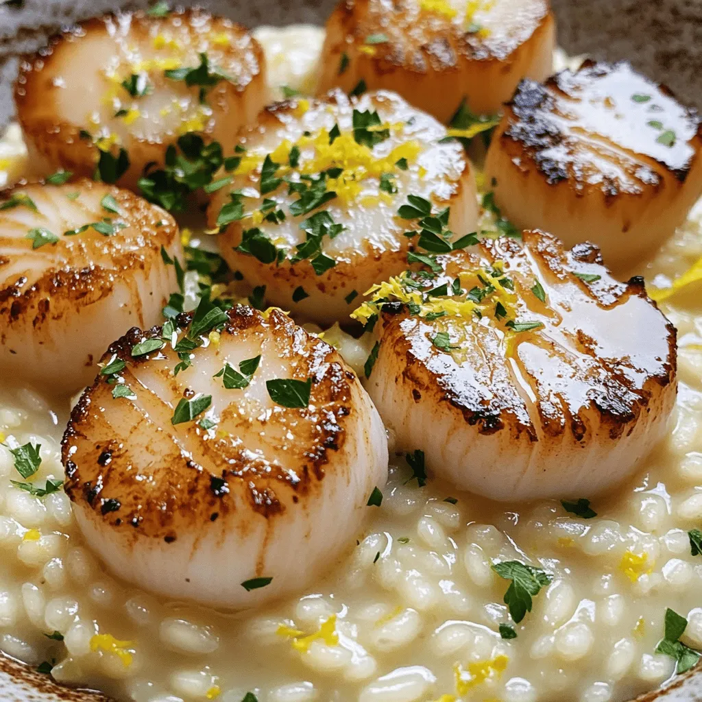 - 1 Tasse Arborio-Reis - 4 Tassen Gemüsebrühe - 1 mittelgroße Zwiebel, fein gehackt - 2 Knoblauchzehen, gehackt Für das Risotto verwende ich Arborio-Reis. Dieser Reis hat die perfekte Stärke. Er macht das Risotto schön cremig. Die Gemüsebrühe gibt dem Gericht viel Geschmack. Ich wärme die Brühe in einem separaten Topf auf. Das hält das Risotto gleichmäßig warm. Zwiebel und Knoblauch sind wichtig für den Geschmack. Ich brate sie in Olivenöl an. Die Zwiebel wird glasig und der Knoblauch duftet. Das macht den Einstieg ins Risotto sehr aromatisch. - 12 große Jakobsmuscheln, gereinigt und entdarmt - 2 Esslöffel ungesalzene Butter - 2 Esslöffel Olivenöl - 1 Esslöffel Zitronenzesten Jakobsmuscheln sind der Star dieses Gerichts. Sie sind zart und haben einen milden Geschmack. Ich verwende frische Jakobsmuscheln, wenn möglich. Butter und Olivenöl helfen, die Muscheln goldbraun zu braten. Ich achte darauf, die Pfanne nicht zu überfüllen. So braten sie gleichmäßig und werden knusprig. Zitronenzesten geben den Muscheln einen frischen, hellen Geschmack. - Salz und Pfeffer nach Geschmack - Frische Petersilie, gehackt - 3 Esslöffel frisch gepresster Zitronensaft Salz und Pfeffer sind wichtig, um die Aromen zu verstärken. Ich füge sie schrittweise hinzu, um den perfekten Geschmack zu finden. Frische Petersilie bringt Farbe und Frische. Ich streue sie über das Risotto und die Jakobsmuscheln. Zitronensaft sorgt für eine frische Note. Er passt perfekt zu den Muscheln. Für die vollständige Zubereitung empfehle ich dir die [Full Recipe]. Um ein perfektes Risotto zu machen, ist die Brühe wichtig. Erwärmen Sie die Gemüsebrühe in einem Topf bei niedriger Hitze. Halten Sie sie warm, während Sie kochen. In einer großen Pfanne erhitzen Sie das Olivenöl bei mittlerer Hitze. Fügen Sie die fein gehackte Zwiebel hinzu. Braten Sie sie etwa fünf Minuten lang an, bis sie glasig ist. Dann fügen Sie den gehackten Knoblauch hinzu. Braten Sie ihn für eine weitere Minute, bis er duftet. Jetzt geht es ans Rösten! Geben Sie den Arborio-Reis in die Pfanne. Rühren Sie den Reis zwei bis drei Minuten lang, bis er leicht geröstet ist. Er sollte mit dem Öl überzogen sein. Beginnen Sie dann, die warme Brühe nach und nach hinzuzufügen. Verwenden Sie eine Schöpfkelle. Warten Sie, bis der Reis die Brühe aufnimmt, bevor Sie mehr hinzufügen. Fahren Sie mit diesem Prozess für etwa 20 bis 25 Minuten fort. Ihr Risotto sollte cremig und al dente sein. In einer anderen Pfanne schmelzen Sie die Butter bei mittlerer bis hoher Hitze. Würzen Sie die Jakobsmuscheln mit Salz und Pfeffer. Wenn die Butter schäumt, geben Sie die Jakobsmuscheln in die Pfanne. Achten Sie darauf, die Pfanne nicht zu überfüllen. Braten Sie sie etwa zwei bis drei Minuten auf jeder Seite. Sie sollten goldbraun und durchgegart sein. Jetzt sind Sie bereit, Ihr Zitronen-Parmesan-Risotto mit Buttrigen Jakobsmuscheln zu genießen! Für das vollständige Rezept, schauen Sie sich die Vollversion an. - Die richtige Rührtechnik: Rühren ist wichtig. Ich rühre ständig, während ich die Brühe hinzufüge. So wird das Risotto cremig. Vermeide es, den Reis zu stören, wenn er die Brühe aufnimmt. - Brühe auf der richtigen Temperatur halten: Halte die Brühe warm. Ich erwärme sie in einem separaten Topf. So kann der Reis die Brühe schneller aufnehmen. Kalte Brühe verlangsamt den Kochprozess. - Temperatur und Garzeit: Die Pfanne muss sehr heiß sein. Ich lasse die Butter schäumen, bevor ich die Jakobsmuscheln hinzufüge. Brate sie für 2-3 Minuten auf jeder Seite. Sie sollen goldbraun sein. - Flugrisotto für knusprige Muscheln: Achte darauf, die Pfanne nicht zu überfüllen. So bleiben die Jakobsmuscheln knusprig. Wenn ich mehr Muscheln brate, mache ich es in zwei Chargen. - Häufige Missverständnisse beim Risotto: Viele denken, Risotto muss weich sein. Das ist falsch. Es sollte al dente sein, also bissfest. So behält es die richtige Textur. - Zu viel oder zu wenig Flüssigkeit: Ein weiteres Problem ist die Flüssigkeitsmenge. Ich füge immer schrittweise Brühe hinzu. So kann ich die Konsistenz des Risottos besser kontrollieren. Zu viel Flüssigkeit macht es matschig. {{image_4}} Für mehr Geschmack kannst du verschiedene Gemüse und Kräuter verwenden. Spargel, Erbsen oder Spinat sind tolle Optionen. Diese Gemüse bringen frische Aromen ins Risotto. Wenn du frische Kräuter hinzufügst, wie Basilikum oder Thymian, erhält das Gericht eine neue Dimension. Diese Ergänzungen machen dein Risotto bunt und gesund. Wenn du Meeresfrüchte magst, probiere Garnelen oder Fisch. Sie passen gut zu Risotto und bieten einen anderen Geschmack. Du kannst auch eine vegane Option für Jakobsmuscheln wählen. Es gibt pflanzliche Alternativen, die ähnlich schmecken und die Textur bieten, die du suchst. So kannst du das Gericht für alle Gäste anpassen. Du kannst mit verschiedenen Käsesorten experimentieren. Anstelle von Parmesan kannst du Pecorino oder Grana Padano verwenden. Diese Käsesorten geben deinem Risotto einen einzigartigen Geschmack. Aromatische Öle, wie Trüffel- oder Olivenöl, sind ebenfalls eine gute Wahl. Ein paar Tropfen davon bringen dein Risotto auf ein neues Level. Für die vollständige Anleitung sieh dir das [Full Recipe](#) an. Lagern Sie Risotto und Jakobsmuscheln getrennt. So bleibt die Textur besser. Verwenden Sie luftdichte Behälter. Stellen Sie sicher, dass der Risotto abgekühlt ist, bevor Sie ihn abdecken. Für Jakobsmuscheln ist es wichtig, die Feuchtigkeit zu minimieren. Wickeln Sie sie in Frischhaltefolie, um sie frisch zu halten. Reste sind im Kühlschrank etwa drei Tage haltbar. Achten Sie darauf, die Speisen gut abzudecken. Zum Aufwärmen nutzen Sie eine Pfanne oder die Mikrowelle. Fügen Sie etwas Brühe oder Wasser hinzu, damit der Risotto nicht austrocknet. Erhitzen Sie die Jakobsmuscheln vorsichtig, um sie zart zu halten. Um Risotto einzufrieren, lassen Sie ihn zuerst abkühlen. Teilen Sie ihn in Portionen auf. Verwenden Sie gefriergeeignete Behälter oder Beutel. Achten Sie darauf, die Luft herauszudrücken, bevor Sie sie schließen. Nach dem Auftauen kann die Konsistenz leicht ändern. Fügen Sie etwas Brühe hinzu, um sie cremiger zu machen. Die Zubereitung des Parmesanrisottos dauert insgesamt etwa 45 Minuten. Die Vorbereitungszeit beträgt etwa 15 Minuten. Das Kochen selbst dauert rund 30 Minuten. In dieser Zeit rührst du ständig, um das Risotto cremig zu machen. Ja, du kannst das Risotto im Voraus zubereiten. Es bleibt für etwa einen Tag im Kühlschrank frisch. Wenn du es aufbewahrst, lasse es zuerst abkühlen. Fülle es in einen luftdichten Behälter. Die Jakobsmuscheln sollten frisch gebraten werden, um ihren Geschmack zu bewahren. Zu Parmesanrisotto mit Jakobsmuscheln passen viele Beilagen gut. Ein frischer grüner Salat bringt Leichtigkeit. Auch gedünstetes Gemüse wie Spargel oder Brokkoli ergänzt das Gericht. Du kannst auch einen einfachen Tomatensalat servieren, um die Aromen zu erweitern. Die vollständige Rezeptanleitung findest du hier: [Zitronenzesten-Parmesan-Risotto mit Buttrigen Jakobsmuscheln ](#). Zusammenfassend lässt sich sagen, dass Risotto mit Jakobsmuscheln ein köstliches Gericht ist. Wir haben die Hauptzutaten wie Arborio-Reis und Jakobsmuscheln behandelt. Außerdem habe ich Ihnen gezeigt, wie man das Risotto perfekt zubereitet. Tipps zur Vermeidung typischer Fehler und Variationen helfen Ihnen, kreativ zu sein. Denken Sie auch daran, Reste richtig zu lagern. Genießen Sie die Vielfalt der Geschmäcker und bereiten Sie sich auf viele leckere Mahlzeiten vor!