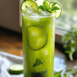 - 3 reife Kiwis - 1 mittelgroße Gurke - 1 Esslöffel Honig oder Agavendicksaft Die Hauptzutaten sind einfach. Kiwis bringen eine süße Note. Sie sind auch voller Vitamine. Gurken geben dem Getränk Frische und einen knackigen Biss. Honig oder Agavendicksaft süßen das Ganze. Du kannst auch weniger Süße verwenden, wenn du magst. - 500 ml kaltes Sprudelwasser - 1 Esslöffel frischer Limettensaft - Limettenscheiben und Minzblätter Für die Flüssigkeiten brauchst du kaltes Sprudelwasser. Es macht das Getränk spritzig und erfrischend. Limettensaft bringt eine saure Note. Das passt gut zu Kiwi und Gurke. Limettenscheiben und Minzblätter sind perfekt zum Dekorieren. Sie machen das Getränk auch schöner. - Eiswürfel Eiswürfel sind wichtig. Sie halten dein Getränk kalt. Du kannst die Menge an Eis nach deinem Geschmack anpassen. Mehr Eis macht es kälter und erfrischender. Um das volle Erlebnis zu genießen, schau dir das [Full Recipe] an. Zuerst bereiten Sie die Kiwis und die Gurke vor. Pelzen Sie die Kiwis und hacken Sie sie grob. Schneiden Sie die Gurke in kleine Würfel. Legen Sie beides in den Mixer. Mixen Sie die Zutaten, bis eine glatte Konsistenz entsteht. Dies dauert nur ein paar Sekunden. Eine glatte Basis sorgt für ein besseres Trinkerlebnis. Nun sieben Sie die Mischung durch ein feines Sieb in einen Krug. So entfernen Sie das Fruchtfleisch. Das Ergebnis ist ein klarer, erfrischender Saft. Füllen Sie ein großes Glas mit Eiswürfeln. Gießen Sie den Kiwi-Gurken-Saft über das Eis. Fügen Sie das kalte Sprudelwasser hinzu, bis das Glas voll ist. Rühren Sie vorsichtig um, damit sich alles gut vermischt. Nehmen Sie einige frische Minzblätter und zerkleinern Sie diese leicht. Dies bringt das Aroma heraus. Garnieren Sie Ihr Getränk mit Limettenscheiben und einem Minzzweig. Dies sieht nicht nur schön aus, sondern gibt auch einen zusätzlichen Frischekick. Servieren Sie das Getränk sofort und genießen Sie den tollen Geschmack! Für die vollständige Anleitung und alle Details schauen Sie sich das Full Recipe an. Um deinen Kiwi-Gurken-Cooler noch spannender zu machen, probiere verschiedene Früchte. Du kannst Ananas oder Wassermelone hinzufügen. Diese Früchte bringen eine süße Note und passen gut zu Kiwi und Gurke. Eine andere Idee ist, einen Schuss frischen Orangensaft hinzuzufügen. So erhältst du eine fruchtige Mischung, die noch erfrischender ist. Du kannst auch das Süßungsmittel anpassen. Anstelle von Honig kannst du auch Agavendicksaft verwenden. Das ist eine tolle vegane Option. Du kannst auch weniger Süßungsmittel nehmen, wenn du es weniger süß magst. Probiere einfach aus, was dir am besten schmeckt! Die beste Temperatur für deinen Kiwi-Gurken-Cooler ist kalt. Stelle sicher, dass alle Zutaten gut gekühlt sind, bevor du beginnst. So bleibt dein Getränk erfrischend und lecker. Füge viele Eiswürfel hinzu, damit es cool bleibt. Für besondere Anlässe kannst du die Gläser mit Limettenscheiben dekorieren. Das sieht nicht nur schön aus, sondern gibt auch einen zusätzlichen Frischekick. Verwende auch frische Minzblätter als Garnierung. Das macht dein Getränk nicht nur schick, sondern gibt auch einen tollen Duft. Ein guter Mixer ist wichtig für diesen Drink. Ich empfehle einen starken Standmixer, der die Früchte gut püriert. Achte darauf, dass du auch ein feines Sieb hast, um die Fruchtmasse abzusieben. So bekommst du einen klaren, erfrischenden Saft. Für das Servieren sind hohe Gläser ideal. Diese Gläser lassen den Kiwi-Gurken-Cooler gut aussehen und bieten viel Platz für Eis und Sprudelwasser. Du kannst auch schicke Gläser mit einem breiten Rand benutzen. So wird dein Getränk zu einem echten Hingucker! {{image_4}} Um den Kiwi Cucumber Cooler frisch zu halten, bewahre ihn im Kühlschrank auf. Nutze einen gut verschlossenen Krug oder eine Flasche. So bleibt das Getränk kühl und lecker. Wenn du frische Zutaten verwendest, verbessert das den Geschmack. Wähle reife Kiwis und knackige Gurken. Diese Zutaten sorgen für die beste Qualität und Frische. Der Kiwi Cucumber Cooler bleibt bis zu zwei Tage im Kühlschrank frisch. Nach dieser Zeit kann der Geschmack nachlassen. Lagere die Zutaten getrennt, um die Haltbarkeit zu verlängern. Kiwis und Gurken halten sich in einer Papiertüte oder einem Behälter im Kühlschrank. So bleiben sie länger knackig und frisch. Für das beste Ergebnis, bereite das Getränk frisch zu. So schmeckt es immer am besten. Du kannst das gesamte Rezept [Full Recipe] leicht nachlesen, um sicherzustellen, dass du alles richtig machst. Die Zutaten für den Kiwi-Cucumber Cooler sind nahrhaft und kalorienarm. Kiwis sind reich an Vitamin C, Ballaststoffen und Antioxidantien. Eine Kiwi hat etwa 42 Kalorien. Gurken sind kalorienarm und enthalten etwa 16 Kalorien pro 100 Gramm. Zusammen tragen sie zu einem leichten und gesunden Getränk bei. Kiwis und Gurken bieten viele Vorteile. Kiwis helfen, das Immunsystem zu stärken. Sie fördern die Verdauung und verbessern die Hautgesundheit. Gurken haben eine hohe Wasseraufnahme, was gut für die Hydration ist. Dieses Getränk ist besonders erfrischend an heißen Sommertagen. Der Kiwi Cucumber Cooler stillt den Durst und versorgt deinen Körper mit wichtigen Nährstoffen. Der Kiwi-Cucumber Cooler passt in viele Diäten. Er ist vegan und glutenfrei. Du kannst ihn ohne Bedenken genießen, wenn du auf eine bestimmte Diät achtest. Achte beim Süßen jedoch auf die Wahl des Honigs, wenn du vegan bist. Für Allergiker ist dieser Drink in der Regel sicher, solange keine persönlichen Allergien gegen die Zutaten bestehen. Wenn du mehr über die Nährstoffgehalte erfahren willst, schau dir das vollständige Rezept an. Um den Kiwi Cucumber Cooler süßer zu machen, können Sie verschiedene Süßungsmittel verwenden. Hier sind einige Ideen: - Honig: Für einen natürlichen Geschmack. - Agavendicksaft: Eine vegane Option, die gut funktioniert. - Stevia: Eine kalorienfreie Alternative. - Zucker: Klassischer Süßstoff, der leicht zu finden ist. - Fruchtsirup: Zum Beispiel Erdbeer- oder Himbeersirup für zusätzlichen Geschmack. Probieren Sie diese Optionen aus und passen Sie die Menge nach Ihrem Geschmack an. Ja, Sie können das Sprudelwasser ersetzen, wenn Sie möchten. Hier sind einige Alternativen: - Stillwasser: Für eine einfachere Version des Getränks. - Fruchtsaft: Zum Beispiel Apfel- oder Traubensaft für mehr Süße. - Tee: Kalter grüner oder Kräutertee kann eine interessante Note hinzufügen. - Kokoswasser: Für einen tropischen Geschmack und zusätzliche Nährstoffe. Achten Sie darauf, dass die Konsistenz des Getränks angenehm bleibt. Ja, der Kiwi Cucumber Cooler ist perfekt für Kinder. Hier sind Tipps zur Anpassung des Rezeptes: - Reduzieren Sie den Limettensaft: Kinder mögen oft weniger Säure. - Verwenden Sie weniger Süßungsmittel: Ein leichterer Geschmack kann besser ankommen. - Fügen Sie mehr Fruchtsaft hinzu: Das macht das Getränk süßer und fruchtiger. - Servieren Sie es in bunten Gläsern: Das macht das Trinken noch spaßiger. So können auch die Kleinen dieses gesunde Getränk genießen! Dieser Blogbeitrag zeigt, wie man einen leckeren Kiwi-Gurken-Cooler zubereitet. Wir haben die Zutaten und Schritte klar aufgelistet. Mit frischen Kiwis, Gurken und spritzigem Wasser ergibt sich ein erfrischendes Getränk. Es ist einfach, gesund und macht jeden Anlass besser. Vergessen Sie nicht, mit verschiedenen Früchten zu experimentieren. So halten Sie das Rezept spannend. Genießen Sie dieses schmackhafte Getränk und bleiben Sie bei warmem Wetter erfrischt.