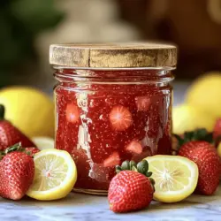 Um die beste Erdbeermarmelade ohne Pektin zu machen, brauche ich nur einige einfache Zutaten. Hier sind die Hauptzutaten, die ich verwende: - 4 Tassen frische Erdbeeren, entstielt und halbiert - 2 Tassen Zucker - 2 Esslöffel frischer Zitronensaft - 1 Teelöffel Vanilleextrakt - 1/4 Teelöffel Salz Diese Zutaten geben der Marmelade ihren süßen und fruchtigen Geschmack. Die Erdbeeren sind der Star des Gerichts. Ich achte darauf, reife, saftige Beeren zu wählen, da sie den besten Geschmack haben. Wenn die Saison für frische Erdbeeren vorbei ist, gibt es Alternativen. Gefrorene Erdbeeren sind eine gute Wahl. Sie sind oft zur richtigen Zeit geerntet und schockgefroren. Das hilft, den Geschmack zu behalten. Ich kann auch andere Beeren wie Himbeeren oder Blaubeeren verwenden. Diese Früchte können die Marmelade interessant machen und neue Geschmäcker bringen. Zucker ist ein wichtiger Teil der Marmelade. Ich verwende am liebsten weißen Kristallzucker. Er löst sich gut auf und sorgt für die richtige Süße. Ich vermeide braunen Zucker, da er den Geschmack der Erdbeeren überdecken kann. Wenn ich experimentieren möchte, kann ich auch Rohrzucker verwenden. Er hat einen leicht anderen Geschmack, der gut zu Erdbeeren passt. Die richtige Auswahl an Zutaten macht den Unterschied. Ich empfehle, frische, hochwertige Erdbeeren und Zucker zu nutzen. Das sorgt für die beste Marmelade. Für das vollständige Rezept schau dir die [Full Recipe] an. Zuerst wasche ich die Erdbeeren gründlich unter kaltem Wasser. Ich lasse sie gut abtropfen. Danach entferne ich die grünen Stiele und halbiere die Beeren. Das sorgt für eine schöne Textur in der Marmelade. Ich gebe die vorbereiteten Erdbeeren in einen großen Topf. Dann zerdrücke ich die Beeren mit einem Kartoffelstampfer. Ich lasse ein paar Stücke ganz, um die Marmelade interessant zu machen. Danach füge ich den Zucker und das Salz hinzu und rühre alles gut durch. Ich lasse die Mischung etwa 30 Minuten stehen. So können die Erdbeeren ihren Saft abgeben. Jetzt stelle ich den Topf bei mittlerer Hitze auf den Herd und rühre oft um. Wenn die Mischung kocht, reduziere ich die Hitze auf mittel-niedrig. Ich gebe den frischen Zitronensaft und den Vanilleextrakt hinzu. Ich koche die Mischung für etwa 30 bis 40 Minuten weiter. Dabei rühre ich regelmäßig um, um ein Anbrennen zu verhindern. Die Marmelade ist fertig, wenn sie die richtige Konsistenz hat. Um die Konsistenz zu prüfen, mache ich den Tellertest. Ich gebe einen Esslöffel Marmelade auf einen gekühlten Teller. Dann ziehe ich mit meinem Finger eine Linie durch die Marmelade. Wenn die Linie sichtbar bleibt, ist die Marmelade bereit. Andernfalls koche ich sie noch etwas länger. Sobald die Marmelade fertig ist, nehme ich den Topf vom Herd. Ich lasse sie etwas abkühlen, bevor ich sie in sterilisierten Gläsern abfülle. Es ist wichtig, die Gläser fest zu verschließen und sie bei Zimmertemperatur abkühlen zu lassen. So bleibt die Marmelade frisch und lecker. Für das vollständige Rezept, schaue dir die [Full Recipe] an. Um die Süße anzupassen, probiere verschiedene Zuckermengen. Du kannst weniger Zucker verwenden, wenn die Erdbeeren sehr süß sind. Alternativ füge mehr Zucker hinzu, wenn du es süßer magst. Einige nutzen Honig oder Agavendicksaft für eine andere Süße. Denk daran, dass der Geschmack beim Kochen intensiver wird. Die Konsistenz ist wichtig für gute Marmelade. Wenn sie zu flüssig ist, koche sie länger. Rühre dabei oft um, damit sie nicht anbrennt. Du kannst auch eine kleine Menge Erdbeeren pürieren, um die Marmelade dicker zu machen. Der „Tellertest“ hilft dir, die richtige Konsistenz zu finden. Um Anbrennen zu vermeiden, benutze einen breiten Topf. Dadurch verteilt sich die Hitze besser. Rühre die Mischung regelmäßig um, besonders am Boden. Wenn du sie bei mittlerer Hitze kochst, bleibt die Marmelade gleichmäßig warm. Achte darauf, die Marmelade nicht unbeaufsichtigt zu lassen. {{image_4}} Um Erdbeermarmelade mit Vanille und Zitrone zu machen, füge einfach etwas Vanilleextrakt und frischen Zitronensaft hinzu. Diese Zutaten geben der Marmelade einen tollen Geschmack. Der Zitronensaft hilft auch, die Marmelade zu gelieren, ohne Pektin. Ich liebe die Kombination aus süß und sauer. Sie bringt das Beste aus den Erdbeeren hervor. Ein wenig Gewürz kann die Marmelade aufregender machen. Zimt oder Ingwer sind großartige Optionen. Füge eine Prise Zimt während des Kochens hinzu. Das gibt der Marmelade einen warmen, erdigen Geschmack. Ingwer bringt eine frische Note, die super zu den Erdbeeren passt. Experimentiere mit anderen Gewürzen, wie Muskatnuss oder Nelken. Du kannst Erdbeeren auch mit anderen Früchten kombinieren. Himbeeren, Blaubeeren oder sogar Pfirsiche passen gut. Mische einfach die Früchte in den Topf. Achte darauf, die Kochzeit entsprechend anzupassen. Jede Frucht hat ihren eigenen Zuckergehalt. Das kann die Konsistenz beeinflussen. Diese Kombinationen machen deine Marmelade einzigartig und lecker. Für das ganze Rezept schau dir die Süße Erdbeertraum Marmelade an. Nachdem du deine Erdbeermarmelade zubereitet hast, solltest du sie im Kühlschrank aufbewahren. Fülle die Marmelade in saubere, sterile Gläser. Verschließe die Gläser gut. Achte darauf, sie immer im Kühlschrank zu lagern. So bleibt die Marmelade frisch und lecker. Sie hält sich dort bis zu drei Wochen. Wenn du die Marmelade länger aufbewahren möchtest, kannst du sie einmachen. Dazu brauchst du sterilisierte Gläser und einen großen Topf. Fülle die heiße Marmelade in die Gläser. Verschließe die Gläser fest und stelle sie für 10 bis 15 Minuten in ein Wasserbad. So hält sich die Marmelade bis zu einem Jahr. Achte auf Veränderungen in der Marmelade. Wenn sie einen seltsamen Geruch hat oder die Farbe sich verändert, könnte sie schlecht sein. Prüfe auch die Konsistenz. Wenn sie schimmelig aussieht oder Blasen hat, schmeiß die Marmelade weg. Gesundheit geht vor! Erdbeeren enthalten von Natur aus Zucker und Säure. Diese Zutaten helfen, die Marmelade zu binden. Wenn du Erdbeeren kochst, geben sie ihren Saft ab. Dieses natürliche Gelieren passiert ohne Pektin. Die Mischung wird durch die Hitze dicker. Das macht die Verwendung von Pektin oft unnötig. Die Erdbeermarmelade hält sich bis zu drei Wochen im Kühlschrank. Wenn du sie einmachst, kann sie länger halten. Achte darauf, die Gläser gut zu verschließen. So bleibt die Marmelade frisch und lecker. Prüfe sie vor dem Essen auf Anzeichen von Verderb. Wenn sie komisch riecht oder schimmelt, wegwerfen. Ja, du kannst gefrorene Erdbeeren verwenden. Sie sind oft reif und süß, bevor sie gefroren werden. Lass die Erdbeeren vor der Verwendung auftauen. Drücke das überschüssige Wasser aus, bevor du sie kochst. So wird die Marmelade nicht zu flüssig. Wenn die Marmelade nicht eindickt, koche sie länger. Rühre häufig um, um ein Anbrennen zu verhindern. Mach einen Tellertest, um die Konsistenz zu prüfen. Wenn die Marmelade nicht fest wird, kannst du auch etwas Zitronensaft hinzufügen. Das kann helfen, die Säure zu erhöhen und das Gelieren zu fördern. Zusammengefasst haben wir die Zutaten und den Prozess zur Herstellung von Erdbeermarmelade ohne Pektin behandelt. Du kannst frische oder gefrorene Erdbeeren verwenden und hochwertigen Zucker auswählen. Die Schritt-für-Schritt-Anleitung hilft dir bei der Zubereitung sowie beim Tellertest. Nutze Tipps zur Anpassung von Süße und Konsistenz. Variiere mit Gewürzen oder anderen Früchten und achte auf die richtige Lagerung. Mit diesen Informationen machst du die beste Marmelade! Viel Spaß beim Ausprobieren!