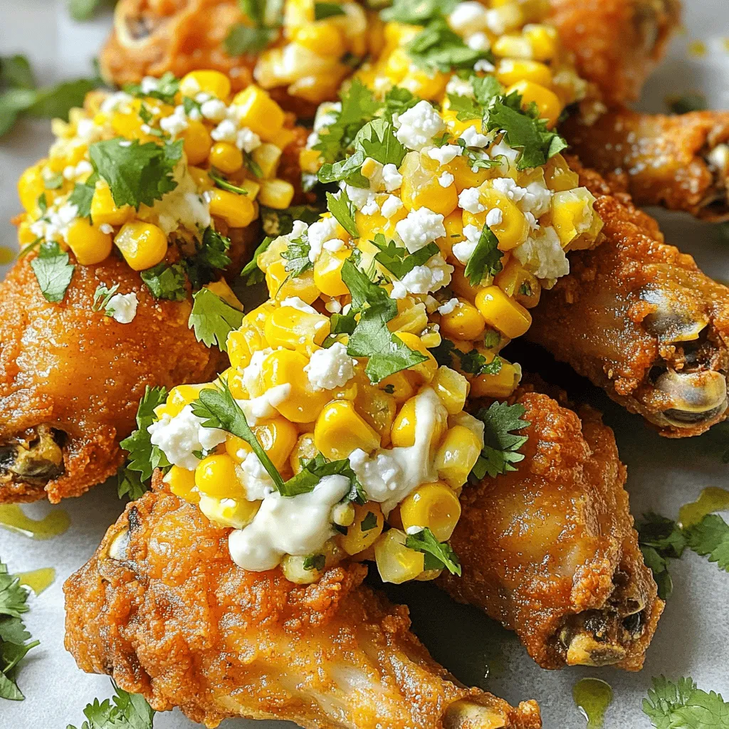 Für die köstlichen Air Fryer Street Corn Wings brauchst du einige frische Zutaten. Hier ist eine Liste: - 900 g Hühnerflügel - 240 g Maiskörner (frisch oder gefroren) - 1 Esslöffel Olivenöl - 2 Teelöffel Chilipulver - 1 Teelöffel geräuchertes Paprikapulver - 1 Teelöffel Knoblauchpulver - Salz und Pfeffer nach Geschmack - 60 g zerkrümelter Feta-Käse - 60 g Mayonnaise - 1 Esslöffel Limettensaft - 2 Esslöffel frisch gehackter Koriander Wenn du die Maiskörner auswählst, hast du die Wahl zwischen frisch oder gefroren. Frische Maiskörner haben einen süßen Geschmack und eine knackige Textur. Gefrorene Maiskörner sind oft praktisch und gut verfügbar. Beide Optionen funktionieren gut, also wähle, was dir lieber ist. Die Gewürze geben den Flügeln ihren besonderen Geschmack. Chilipulver bringt eine sanfte Schärfe. Geräuchertes Paprikapulver fügt einen tiefen, rauchigen Geschmack hinzu. Das Knoblauchpulver ergänzt die Aromen perfekt. Vergiss nicht, mit Salz und Pfeffer zu würzen. Der Feta-Käse und die Mayonnaise bieten einen cremigen Kontrast. Limettensaft bringt Frische und Koriander rundet alles ab. Wenn du mehr über die Zubereitung erfahren möchtest, schaue dir das Full Recipe an. Zuerst spüle die Hühnerflügel unter kaltem Wasser ab. Dies hilft, sie frisch zu halten. Danach tupfe sie mit Papiertüchern trocken. Dies ist wichtig für die Knusprigkeit. Gib die Flügel in eine große Schüssel. So hast du genug Platz, um sie gut zu bearbeiten. Mische in einer kleinen Schüssel das Olivenöl, Chilipulver, geräuchertes Paprikapulver, Knoblauchpulver sowie Salz und Pfeffer. Diese Gewürze geben den Flügeln viel Geschmack. Gieße die Mischung über die Hühnerflügel. Werfe alles gut um, bis die Flügel gleichmäßig damit bedeckt sind. Lass sie kurz stehen, damit die Aromen einziehen können. Heize deinen Luftfritter auf 200°C vor. Lege die gewürzten Hühnerflügel in einer einzigen Schicht in den Frittierkorb. Achte darauf, dass sie nicht übereinander liegen. Frittiere sie für etwa 25-30 Minuten. Schüttle den Korb nach der Hälfte der Zeit. So garen sie gleichmäßig. Die Flügel sind fertig, wenn sie knusprig sind und eine Innentemperatur von 74°C erreichen. Für das Street-Corn-Topping vermenge die Maiskörner, Feta-Käse, Mayonnaise, Limettensaft und Koriander in einer separaten Schüssel. Rühre alles gut um. Nach dem Frittieren, nimm die Flügel heraus und decke sie großzügig mit der Mischung ab. So sind sie noch leckerer! Für mehr Details und die genauen Mengen schau dir das Full Recipe an. Die perfekte Frittierzeit für deine Air Fryer Street Corn Wings beträgt 25-30 Minuten. Setze die Temperatur auf 200°C (400°F). Halte den Körbchen sauber, um gleichmäßiges Frittieren zu garantieren. Überprüfe die Flügel nach der Hälfte der Zeit. Schüttle den Korb, damit sie gleichmäßig garen. Die Flügel sollten knusprig sein und eine Innentemperatur von 74°C (165°F) erreichen. Um die Flügel knusprig zu machen, verwende Olivenöl. Das Öl hilft, die Haut schön goldbraun zu machen. Lege die Flügel in einer einzigen Schicht in den Frittierkorb. Überfülle den Korb nicht, damit die heiße Luft zirkulieren kann. Wenn du die Flügel nach der Hälfte der Zeit schüttelst, wirst du eine perfekte Knusprigkeit erreichen. Wenn du deine Flügel aufpeppen möchtest, probiere verschiedene Saucen. Eine scharfe BBQ-Sauce passt gut zu den Flügeln. Du kannst auch eine süß-saure Sauce verwenden. Für eine gesunde Option, nutze Joghurt oder eine Avocado-Sauce. Diese Alternativen bringen neue Geschmäcker und machen das Gericht spannend. Für eine vollständige Anleitung und alle Zutaten, schau dir das [Full Recipe] an. {{image_4}} Wenn du eine vegetarische Option möchtest, probiere Blumenkohlflügel. Sie sind einfach zuzubereiten. Schneide den Blumenkohl in kleine Stücke. Mische ihn mit Olivenöl und den gleichen Gewürzen wie für die Hühnerflügel. Frittiere die Stücke dann für 20 Minuten bei 200°C. So erhältst du eine leckere, knusprige Alternative. Das Schöne an diesen Flügeln ist die Vielseitigkeit. Du kannst mit verschiedenen Gewürzen experimentieren. Probiere zum Beispiel Cajun-Gewürz oder italienische Kräuter. Ein Hauch von Zimt kann auch eine spannende Note hinzufügen. Lass deiner Kreativität freien Lauf und finde deine perfekte Mischung. Die Beläge sind entscheidend für den Geschmack. Neben Feta kannst du auch Parmesan oder veganen Käse verwenden. Für einen scharfen Kick, füge Jalapeños hinzu. Du kannst auch frische Avocado oder Guacamole daraufgeben. Diese Optionen machen deine Flügel noch leckerer und ansprechender. Für das vollständige Rezept schau dir die [Full Recipe] an. Um die Reste deiner Air Fryer Street Corn Wings frisch zu halten, lege sie in einen luftdichten Behälter. Du kannst auch Frischhaltefolie verwenden, um die Flügel abzudecken. So bleibt der Geschmack erhalten. Stelle sicher, dass die Flügel vollständig abgekühlt sind, bevor du sie lagerst. Dies verhindert Kondenswasser und macht die Flügel matschig. Um die Flügel wieder knusprig zu bekommen, heize deinen Luftfritter auf 180°C vor. Lege die Flügel in den Korb und frittiere sie für etwa 5 bis 7 Minuten. Du kannst auch einen Ofen nutzen. Stelle ihn auf 180°C ein und backe die Flügel für 10 bis 15 Minuten. So schmecken sie fast wie frisch zubereitet. Im Kühlschrank halten sich die Flügel etwa 3 bis 4 Tage. Wenn du sie länger aufbewahren möchtest, friere sie ein. In einem gut geschlossenen Behälter bleiben sie bis zu 3 Monate frisch. Achte darauf, sie gut zu beschriften, damit du das Datum weißt. So hast du immer leckere Flügel bereit! Die Hühnerflügel brauchen im Luftfritter etwa 25 bis 30 Minuten. Du solltest den Frittierkorb nach der Hälfte der Zeit schütteln. So garen die Flügel gleichmäßig und werden schön knusprig. Achte darauf, dass sie eine Innentemperatur von 74°C erreichen. Nur dann sind sie sicher zu essen. Ja, du kannst die Flügel nach deinem Geschmack anpassen. Experimentiere mit verschiedenen Gewürzen wie Kreuzkümmel oder Paprika. Du kannst auch frische Kräuter wie Thymian oder Oregano hinzufügen. Sei kreativ und finde deine perfekte Mischung. So machst du das Rezept noch persönlicher. Zu den Air Fryer Street Corn Wings passen viele Beilagen gut. Ein frischer Salat bringt Farbe und Frische. Auch Reis oder Quinoa sind tolle Optionen. Für etwas mehr Würze sind Guacamole oder Salsa eine gute Wahl. So kannst du die Flügel noch besser genießen. Wenn du mehr über das Rezept erfahren möchtest, schau dir die [Full Recipe] an. In diesem Artikel haben wir die besten Tipps für knusprige Hühnerflügel im Luftfritter besprochen. Wir schauten uns die Zutaten und deren Optionen an, sowie die Schritte zur perfekten Zubereitung. Zudem teilten wir Tricks für die richtige Frittierzeit und -temperatur. Du kannst auch kreative Variationen ausprobieren, wie vegetarische Alternativen. Vergiss nicht, wie man Reste richtig lagert und aufwärmt. Mit diesen Informationen kannst du einfache, leckere Flügel zaubern, die jeder liebt. Mach dein nächstes Essen unvergesslich!