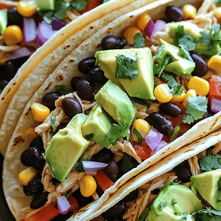 Um gesunde Crockpot Chicken Tacos zuzubereiten, benötigen wir frische und nahrhafte Zutaten. Hier ist die detaillierte Liste, die du brauchst: - Hähnchenbrustfilets (4 Stück, ohne Knochen und Haut) - Schwarze Bohnen (1 Dose, gut abgespült und abgetropft) - Mais (1 Dose, abgetropft) - Zwiebel (1 mittlere, gewürfelt) - Paprika (2 Stück, in Streifen geschnitten, jede Farbe erlaubt) - Knoblauch (2 Zehen, fein gehackt) - Gewürze: - Chilipulver (1 Esslöffel) - Kreuzkümmel (1 Teelöffel) - Paprika (1 Teelöffel) - Salz (1 Teelöffel) - Schwarzer Pfeffer (½ Teelöffel) - Hühnerbrühe (240 ml, natriumarme) - Limettensaft (von 2 Limetten) - Maistortillas (zum Servieren) - Frischer Koriander (gehackt, zum Garnieren) - Avocadoscheiben (zum Garnieren, optional) Diese Zutaten sorgen für gesunde, schmackhafte Tacos. Die Kombination aus Bohnen, Mais und Gewürzen bringt viel Geschmack. Du kannst die Hähnchenbrust einfach in den Crockpot legen und die anderen Zutaten darauf schichten. Das macht die Zubereitung leicht und schnell. Für das vollständige Rezept schaue bitte [Full Recipe] an. 1. Lege die Hähnchenbrustfilets gleichmäßig auf den Boden des Crockpots. 2. Schichte die abgespülten schwarzen Bohnen und den abgetropften Mais darauf. 3. Verteile die gewürfelte rote Zwiebel und die in Streifen geschnittenen Paprika gleichmäßig über die anderen Zutaten. 4. In einer kleinen Schüssel mische die gehackten Knoblauchzehen, Chilipulver, Kreuzkümmel, Paprika, Salz und schwarzen Pfeffer gut. 5. Streue die Gewürzmischung über die Zutaten im Crockpot. 1. Gieße die natriumarme Hühnerbrühe und den Limettensaft über die Schichten im Crockpot. 2. Decke den Crockpot ab. 3. Koche das Gericht entweder auf der niedrigen Stufe für 6-8 Stunden oder auf der hohen Stufe für 3-4 Stunden. 4. Überprüfe, ob das Hähnchen zart ist und sich leicht zerzupfen lässt. 1. Nach dem Kochen, zerrupfe das Hähnchen mit zwei Gabeln. 2. Mische alle Zutaten im Crockpot vorsichtig zusammen. 3. Fülle die Mischung in warme Maistortillas. 4. Garniere die Tacos mit frischem Koriander und Avocadoscheiben, wenn gewünscht. Für das vollständige Rezept, sieh dir die [Full Recipe] an. Um zartes Fleisch zu erreichen, benutze frische Hähnchenbrustfilets. Gutes Fleisch macht einen großen Unterschied. Du kannst auch die Hähnchenbrust leicht anstechen. So können die Gewürze besser eindringen. Um Trockenheit zu vermeiden, koche das Hähnchen nicht zu lange. Überprüfe die Kochzeit genau. Bei niedriger Stufe sind 6-8 Stunden optimal. Bei der hohen Stufe genügen 3-4 Stunden. Achte darauf, die Hähnchenbrust nur leicht zu zerrupfen. Du kannst die Tacos mild oder scharf machen. Für milde Tacos lass das Chilipulver weg. Wenn du es schärfer magst, füge mehr Chilipulver hinzu. Du kannst auch frische Jalapeños verwenden. Sie geben den Tacos einen tollen Kick. Zusätzliche gesunde Zutaten sind eine gute Idee. Füge Avocado für gesunde Fette hinzu. Spinat oder Rucola passen ebenfalls gut. Diese Zutaten bringen mehr Nährstoffe und Geschmack in die Tacos. Wenn du mehr Abwechslung magst, probiere auch verschiedene Bohnenarten. Ich empfehle, das Rezept im [Full Recipe] nachzulesen, um die genauen Zutaten und Schritte zu sehen. {{image_4}} Du kannst Tofu oder Gemüse statt Hähnchen verwenden. Tofu bietet eine tolle Proteinquelle. Wähle festen Tofu für die beste Textur. Schneide ihn in Würfel und mariniere ihn mit den gleichen Gewürzen. Alternativ kannst du Gemüse wie Zucchini, Auberginen oder Pilze nutzen. Brate das Gemüse kurz an, bevor du es in den Crockpot gibst. So sorgst du für einen intensiveren Geschmack. Zu deinen Tacos passen viele Beilagen. Frischer Salat, Guacamole und saure Sahne sind sehr beliebt. Auch Reis oder Quinoa sind nahrhafte Optionen. Salsa bringt frische Aromen. Probiere verschiedene Sorten aus, wie Mango- oder Tomatensalsa. Dips wie Hummus oder schwarze Bohnen-Dip ergänzen die Tacos perfekt. Du kannst die Tacos auch als Frühstück servieren. Fülle die Tortillas mit Rührei und frischem Gemüse. Das ergibt ein schnelles und gesundes Frühstück. Eine andere Option ist, die Tacos mit Avocado und Tomaten zu belegen. So hast du einen leckeren Start in den Tag. Du kannst die Rezepturen nach Belieben anpassen. Für das vollständige Rezept schau dir die [Full Recipe] an. Die gesunden Crockpot Chicken Tacos sind einfach zu lagern. Du kannst die Reste im Kühlschrank aufbewahren. Stelle sicher, dass du sie in einem luftdichten Behälter aufbewahrst. So bleiben die Tacos frisch. Im Kühlschrank halten sie sich bis zu 3 Tage. Wenn du die Tacos länger aufbewahren möchtest, friere das Gericht ein. Frisches Hähnchen hält sich gut. Verpacke die Tacos in einem gefrierfesten Behälter oder in Gefrierbeuteln. So bleiben sie bis zu 3 Monate haltbar. Denke daran, die Portionen zu trennen, damit du nur das auftauen musst, was du benötigst. Um die Tacos wieder zu erwärmen, nutze die Mikrowelle oder den Ofen. Wenn du die Mikrowelle verwendest, lege die Tacos auf einen Teller. Decke sie mit einem feuchten Papiertuch ab. Erwärme sie für 1 bis 2 Minuten. So bleiben sie saftig. Für den Ofen heize ihn auf 180 Grad Celsius vor. Lege die Tacos auf ein Backblech. Bedecke sie mit Aluminiumfolie, um das Austrocknen zu verhindern. Erwärme sie für etwa 10 bis 15 Minuten. Achte darauf, dass sie gut durchwärmt sind. Du kannst die Tacos bis zu 3 Tage im Kühlschrank aufbewahren. Stelle sicher, dass sie gut abgedeckt sind. So bleiben sie frisch und lecker. Ich empfehle, sie in einem luftdichten Behälter zu lagern. Wenn du sie länger aufbewahren möchtest, friere die Mischung ein. Ja, du kannst die Bohnen und den Mais weglassen. Aber das Rezept wird weniger nahrhaft. Bohnen bringen Protein und Ballaststoffe. Mais fügt Süße und eine schöne Textur hinzu. Wenn du sie weglässt, denke daran, ein anderes Gemüse hinzuzufügen, um den Geschmack zu verbessern. Ja, die Tacos sind glutenfrei, wenn du Maistortillas verwendest. Diese Tortillas bestehen nur aus Maismehl und Wasser. Achte darauf, dass du die richtigen Marken wählst. Einige Marken können Gluten enthalten. Du kannst auch Reistortillas oder Salatblätter verwenden, wenn du eine glutenfreie Option möchtest. Anstelle von Hähnchen kannst du auch Rindfleisch oder Schweinefleisch verwenden. Veganer können Tofu oder Tempeh nutzen. Diese Alternativen sind proteinreich und passen gut zu den Gewürzen. Du kannst auch Linsen oder Kichererbsen für eine vegetarische Variante nehmen. Ja, frische Zutaten sind immer eine tolle Wahl! Frische Paprika und Zwiebeln geben mehr Geschmack. Sie haben oft auch mehr Nährstoffe. Du kannst auch frische Kräuter verwenden, um die Tacos noch schmackhafter zu machen. Frische Zutaten können den Geschmack der Tacos erheblich verbessern. Zusammenfassend habe ich die wichtigsten Schritte und Zutaten für schmackhafte Tacos behandelt. Du erfährst, wie du das Hähnchen zart und saftig hältst. Außerdem gibt es kreative Varianten und Tipps zur Aufbewahrung. Denke daran, deine Tacos an deinen Geschmack anzupassen. Egal, ob du vegetarisch kochen oder etwas Neues ausprobieren möchtest, es ist einfach. Mit den richtigen Zutaten und etwas Planung machst du ein leckeres Gericht. Viel Spaß beim Kochen!