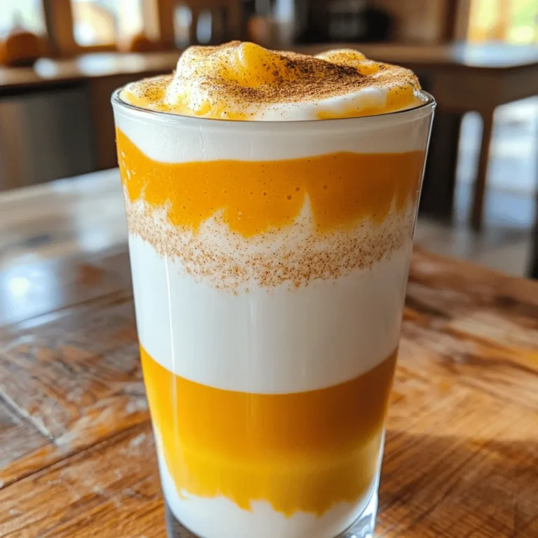 - 240 ml Schlagsahne - 120 ml Milch (Vollmilch oder Hafermilch) - 60 ml Kürbispüree Die Hauptzutaten sind einfach zu finden. Ich benutze oft frisches Kürbispüree. Es gibt dem Schaum einen tollen Geschmack. Schlagsahne macht den Schaum leicht und luftig. Die Milch sorgt für die nötige Flüssigkeit. - 30 ml Ahornsirup - 5 ml Vanilleextrakt - 2,5 ml Kürbiskuchengewürz Ich liebe, wie der Ahornsirup den Kalt-Schaum süß macht. Vanilleextrakt fügt eine schöne Tiefe hinzu. Das Kürbiskuchengewürz bringt den Herbst in die Tasse. Diese Aromen harmonieren perfekt miteinander. - Zusätzliche Kürbiskuchengewürz Ein wenig zusätzliches Gewürz obenauf sieht nicht nur gut aus, sondern schmeckt auch besser. Es gibt dem Getränk das gewisse Etwas. Wenn Sie möchten, können Sie auch Sahne oben drauf geben. Diese Zutaten machen den Copycat Starbucks Pumpkin Cold Foam besonders lecker. Für das vollständige Rezept, schauen Sie sich die [Full Recipe] an. Zuerst messen Sie alle Zutaten ab. Sie brauchen: - 240 ml Schlagsahne - 120 ml Milch (Vollmilch oder Hafermilch) - 60 ml Kürbispüree - 30 ml Ahornsirup - 5 ml Vanilleextrakt - 2,5 ml Kürbiskuchengewürz - Eine Prise Salz Stellen Sie sicher, dass Ihr Behälter kalt ist. Ein gekühlter Behälter hilft, den Schaum luftig und leicht zu machen. Geben Sie die Schlagsahne, Milch, Kürbispüree, Ahornsirup, Vanilleextrakt, Kürbiskuchengewürz und Salz in eine mittelgroße Rührschüssel. Mischen Sie alles gut mit einem Schneebesen oder Handmixer. Schlagen Sie die Mischung, bis sich weiche Spitzen bilden. Achten Sie darauf, nicht zu lange zu schlagen. So bleibt der Schaum leicht und fluffig. Probieren Sie den Schaum und passen Sie die Süße an. Vielleicht möchten Sie mehr Ahornsirup hinzufügen. Bereiten Sie Ihren Lieblingskaffee oder Espresso zu. Füllen Sie ein Glas mit Eis. Gießen Sie den Kaffee über die Eiswürfel. Jetzt kommt der beste Teil! Löffeln Sie den Kürbis-Kalt-Schaum vorsichtig über den Kaffee. So entsteht ein schöner, geschichteter Effekt. Garnieren Sie den Schaum mit einer Prise Kürbiskuchengewürz. Das sieht nicht nur schön aus, es schmeckt auch fantastisch. Für das volle Rezept schauen Sie sich das komplette Rezept an. Um die perfekte Konsistenz für deinen Kürbis-Kalt-Schaum zu erreichen, gibt es ein paar einfache Tipps. Schlage die Sahne langsam mit einem Handmixer. Beginne auf niedriger Stufe, damit die Luft nicht entweicht. Wenn sich weiche Spitzen bilden, ist der Schaum perfekt. Vermeide es, zu lange zu schlagen. Ein zu fester Schaum wird körnig und verliert die leichte, luftige Textur. Du kannst den Kalt-Schaum nach deinem Geschmack anpassen. Möchtest du es süßer? Füge einfach mehr Ahornsirup hinzu. Magst du es weniger süß? Reduziere die Menge. Du kannst auch Alternativen zu Milch und Sahne verwenden. Hafermilch oder Mandelmilch sind tolle Optionen für einen anderen Geschmack und für Laktoseintolerante. Der Kürbis-Kalt-Schaum passt gut zu vielen Kaffeesorten. Er schmeckt besonders lecker auf einem kräftigen Espresso oder einem kalten Brew. Für besondere Anlässe kannst du den Schaum in einem schönen Glas servieren. Toppe ihn mit zusätzlichem Kürbiskuchengewürz für den Wow-Effekt. {{image_4}} Um den Kürbis-Kalt-Schaum vegan zu machen, können Sie pflanzliche Optionen wählen. Ersetzen Sie die Schlagsahne durch Kokoscreme oder Sojasahne. Diese Alternativen geben einen tollen Geschmack und eine ähnliche Textur. Verwenden Sie Hafermilch oder Mandelmilch anstelle von Vollmilch. Diese Optionen sind leicht und lecker. Fügen Sie Karamell oder Schokolade hinzu, um den Geschmack zu verbessern. Ein Spritzer Karamellsirup macht den Schaum süßer und reichhaltiger. Schokoladenstückchen oder Kakaopulver bringen eine neue Dimension. Experimentieren Sie auch mit verschiedenen Gewürzen. Zimt, Muskatnuss oder eine Prise Ingwer passen gut zum Kürbis. Der Kürbis-Kalt-Schaum kann auch in anderen Getränken genutzt werden. Er passt hervorragend zu heißem Kaffee. Gießen Sie einfach den heißen Kaffee in ein Glas und toppen Sie ihn mit dem Schaum. Das ist ein warmer Genuss für kühle Tage. Auch in einem Milchshake oder Smoothie macht er sich gut. Mixen Sie ihn mit Eis und Ihrem Lieblingsfruchtpulver für einen leckeren Treat. Um den Kürbis-Kalt-Schaum frisch zu halten, lagere ihn im Kühlschrank. Nutze einen luftdichten Behälter oder ein Glas mit Deckel. So bleibt der Geschmack und die Textur erhalten. Der Kalt-Schaum sollte immer gut abgedeckt sein, um Gerüche aus dem Kühlschrank zu vermeiden. Die Haltbarkeit des Kalt-Schaums beträgt etwa drei bis fünf Tage. Nach dieser Zeit kann der Geschmack nachlassen. Achte darauf, den Schaum gut durchzurühren, bevor du ihn wieder verwendest. Hast du noch Kalt-Schaum übrig? Du kannst ihn auf verschiedene Arten nutzen. Füge ihn zu deinem nächsten Smoothie für eine cremige Textur hinzu. Er passt auch gut in Haferflocken oder Joghurt. So machst du deine Snacks besonders lecker. Ein weiteres kreatives Rezept ist, den Kalt-Schaum als Topping für Desserts zu verwenden. Er macht Kuchen oder Muffins zu einem echten Hingucker. Du kannst auch einen einfachen Milchshake damit verfeinern. Der Kürbis-Kalt-Schaum gibt jedem Rezept eine herbstliche Note. Der Kürbis-Kalt-Schaum hält sich gut im Kühlschrank. Er bleibt frisch für etwa drei Tage. Bewahre ihn in einem luftdichten Behälter auf. So bleibt die Textur leicht und luftig. Wenn du ihn länger aufbewahren möchtest, schlage die Mischung frisch auf. Ja, du kannst Kürbispüree ganz einfach selbst herstellen. Nimm einen kleinen Hokkaido-Kürbis. Halbiere ihn und entferne die Kerne. Backe die Hälften bei 200 Grad Celsius für etwa 30-40 Minuten. Nachdem er abgekühlt ist, püriere das Fruchtfleisch in einem Mixer. Du kannst das Püree sofort verwenden oder im Kühlschrank lagern. Ja, du kannst den Kalt-Schaum zuckerfrei machen. Verwende stattdessen einen Zuckerersatz wie Erythrit oder Stevia. Diese Alternativen geben dir die Süße, die du brauchst, ohne Zucker. Achte darauf, die Menge nach deinem Geschmack anzupassen. Der Kürbis-Kalt-Schaum ist einfach und lecker. Mit frischer Sahne, Kürbispüree und Gewürzen gelingt dir ein tolles Getränk. Du kannst das Rezept anpassen, um deinen Geschmack zu treffen. Denke auch an vegane Optionen und kreative Kombinationen. Für die richtige Konsistenz ist es wichtig, die Sahne gut zu schlagen. Lagere den Kalt-Schaum im Kühlschrank und benutze Reste in anderen Rezepten. Viel Spaß bei der Zubereitung und Ausprobieren!