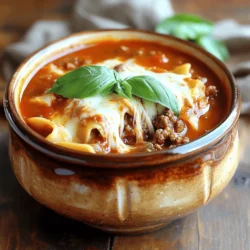 Für unsere köstliche Crockpot Lasagnasuppe brauchen wir: - 450 g Rinderhackfleisch oder italienische Wurst - 1 Zwiebel, gewürfelt - 3 Knoblauchzehen, fein gehackt - 1 Dose (800 g) gehackte Tomaten - 1 Liter Rinderbrühe Diese Zutaten sind die Grundlage für einen herzhaften Geschmack. Das Rinderhackfleisch oder die Wurst gibt der Suppe einen reichhaltigen Geschmack. Die Zwiebel und der Knoblauch bringen Frische und Tiefe. Die gehackten Tomaten und die Rinderbrühe sorgen für die perfekte Basis. In unserer Suppe verwenden wir eine Auswahl an cremigen Käsesorten und Gewürzen: - 1 Dose (400 g) Ricotta-Käse - 1 Paket (225 g) Frischkäse, weich - 1 Teelöffel getrockneter Oregano - 1 Teelöffel getrockneter Basilikum - Salz und Pfeffer nach Geschmack Ricotta und Frischkäse machen die Suppe cremig und lecker. Oregano und Basilikum bringen den typisch italienischen Geschmack. Salz und Pfeffer runden alles ab und sorgen für den perfekten Biss. Für den letzten Schliff fügen wir hinzu: - 8 Lasagne-Nudeln, in Stücke gebrochen - 100 g geriebener Mozzarella-Käse - Frische Basilikumblätter zur Garnitur Die Lasagne-Nudeln machen die Suppe sättigend und herzhaft. Mozzarella bringt eine köstliche Schmelz-Textur. Die frischen Basilikumblätter sind das i-Tüpfelchen und verleihen dem Gericht eine frische Note. Wenn Sie mehr über die Zubereitung erfahren möchten, schauen Sie sich das Full Recipe an. Beginne damit, das Rinderhackfleisch oder die Wurst in einer Pfanne bei mittlerer Hitze anzubraten. Brate das Fleisch, bis es durchgegart ist. Gieße das überschüssige Fett ab, um die Suppe nicht fettig zu machen. Jetzt füge die gewürfelte Zwiebel und den fein gehackten Knoblauch dazu. Brate sie 3 bis 4 Minuten lang an, bis die Zwiebel glasig wird. Dies gibt der Suppe einen tollen Geschmack. Übertrage die gebratene Fleischmischung in den Crockpot. Füge die gehackten Tomaten, die Rinderbrühe, den Ricotta-Käse und den Frischkäse hinzu. Diese Käsesorten machen die Suppe cremig. Dann kommen die Gewürze dazu: Oregano, Basilikum, Salz und Pfeffer. Rühre alles gut um, bis die Zutaten gleichmäßig gemischt sind. Dies ist der Schlüssel zu einem gelungenen Geschmack. Jetzt ist es Zeit, die Suppe zu kochen. Setze den Crockpot auf niedrige Temperatur für 6 bis 8 Stunden oder auf hohe Temperatur für 3 bis 4 Stunden. So können die Aromen gut ziehen. Circa 30 Minuten vor dem Servieren, füge die gebrochenen Lasagne-Nudeln hinzu. Rühre vorsichtig um, damit die Nudeln gleichmäßig garen. Sobald die Nudeln weich sind, mische den geriebenen Mozzarella-Käse unter die Suppe. So wird sie schön cremig. Schmecke die Lasagnasuppe ab und passe die Gewürze nach Belieben an. Serviere die Suppe heiß, garniert mit frischen Basilikumblättern. Für die genaue Zubereitung und weitere Details, sieh dir das Full Recipe an. Um den Geschmack zu verbessern, passe die Gewürze an. Füge mehr Oregano oder Basilikum hinzu, wenn du es würziger magst. Du kannst auch eine Prise rotes Paprikapulver für eine leichte Schärfe nehmen. Frische Kräuter machen einen großen Unterschied. Statt getrockneter Kräuter kannst du frischen Basilikum oder Oregano verwenden. Füge sie kurz vor dem Servieren hinzu, damit sie ihren vollen Geschmack entfalten. Nutze die Vorbereitungszeit effektiv. Während das Fleisch brät, kannst du die anderen Zutaten bereitstellen. Das spart Zeit und macht den Prozess einfacher. Die Kochzeit im Crockpot kann variieren. Wenn du wenig Zeit hast, koche die Suppe auf der hohen Stufe. Das geht schneller, aber die Aromen entwickeln sich besser auf niedriger Stufe. Zu dieser köstlichen Suppe passen einige Beilagen gut. Serviere frisches Brot oder einen einfachen grünen Salat. Ein knuspriges Baguette ist auch eine tolle Wahl. Für die Garnierung kannst du frische Basilikumblätter verwenden. Ein wenig geriebener Parmesan oder ein Spritzer Olivenöl geben einen zusätzlichen Kick. Du kannst die Suppe auch mit einem Klecks Ricotta servieren, um die Cremigkeit zu erhöhen. Entdecke das volle Rezept für diese köstliche Lasagnasuppe und genieße deine eigene Kreation! {{image_4}} Du kannst die Lasagnasuppe ganz einfach vegetarisch machen. Statt Rinderhackfleisch oder Wurst kannst du pflanzliche Alternativen verwenden. Soja- oder Linsenhack sind tolle Optionen. Diese halten den Geschmack und die Textur. Zusätzlich kannst du mehr Gemüse hinzufügen. Karotten, Zucchini oder Spinat passen gut. Diese geben der Suppe nicht nur Geschmack, sondern auch schöne Farben. Denk daran, das Gemüse vorher kurz anzubraten. So entfalten sich die Aromen besser. Eine der besten Dinge an dieser Suppe ist die Flexibilität bei den Gewürzen. Du kannst mit verschiedenen Kräutern experimentieren. Thymian, Rosmarin oder sogar frisches Basilikum bringen neue Geschmäcker. Wenn du es würziger magst, füge Peperoni oder Cayennepfeffer hinzu. Diese sorgen für einen tollen Kick. Achte nur darauf, die Menge nach deinem Geschmack anzupassen. Für eine extra cremige Suppe kannst du andere Käsesorten nutzen. Frischkäse kann durch Ricotta oder Mascarpone ersetzt werden. Diese Käse geben eine reiche, samtige Textur. Ein weiterer Trick ist, etwas Sahne hinzuzufügen. Dadurch wird die Suppe noch reichhaltiger und cremiger. Achte darauf, die Sahne kurz vor dem Servieren unterzurühren, damit sie frisch bleibt. Diese Varianten helfen dir, deine Crockpot Lasagnasuppe an deinen Geschmack anzupassen. Probiere die Vorschläge aus und finde deine Lieblingsversion! Wenn du mehr darüber wissen möchtest, schau dir das [Full Recipe] an. Um die Lasagnasuppe frisch zu halten, stelle sie in den Kühlschrank. Nutze einen luftdichten Behälter, um den Geschmack zu bewahren. Die Suppe bleibt im Kühlschrank bis zu fünf Tage haltbar. Ich empfehle, die Suppe vor dem Servieren gut umzurühren. Wenn du die Suppe länger aufbewahren möchtest, friere sie ein. Lass die Suppe vollständig abkühlen, bevor du sie in einen gefriergeeigneten Behälter gibst. Achte darauf, etwas Platz im Behälter zu lassen, da die Suppe beim Gefrieren expandiert. Du kannst die Suppe bis zu drei Monate einfrieren. Zum Auftauen lege sie über Nacht in den Kühlschrank. Um die Suppe zu erwärmen, nutze eine Mikrowelle oder einen Topf. Wenn du die Mikrowelle verwendest, erhitze die Suppe in kurzen Intervallen und rühre zwischendurch um. So vermeidest du Klumpen. Wenn du einen Topf benutzt, erwärme die Suppe bei niedriger Hitze und rühre regelmäßig um. So wird sie gleichmäßig warm und bleibt cremig. Die Lasagnasuppe hält sich gut im Kühlschrank. Du kannst sie bis zu fünf Tage aufbewahren. Stelle sicher, dass du sie in einem luftdichten Behälter lagerst. So bleibt der Geschmack frisch. Ja, du kannst die Lasagnasuppe im Voraus machen. Bereite alle Zutaten vor und stelle sie in den Crockpot. Du kannst die Suppe dann am Tag des Servierens einfach kochen. Lagere die Zutaten im Kühlschrank, bis du bereit bist zu kochen. Die Lasagnasuppe schmeckt toll mit verschiedenen Beilagen. Probiere frisches Brot oder einen einfachen grünen Salat. Auch Knoblauchbrot ist eine gute Wahl. Diese Beilagen ergänzen die Suppe perfekt. Ja, du kannst eine glutenfreie Version machen. Suche nach glutenfreien Lasagne-Nudeln in deinem Geschäft. Diese Nudeln sind eine gute Möglichkeit, die Suppe glutenfrei zu halten. Achte auch darauf, dass die Brühe glutenfrei ist. Diese Lasagnasuppe ist einfach und lecker. Wir haben die wichtigsten Zutaten besprochen, wie Rinderhackfleisch, Tomaten und Käse. Auch die Schritt-für-Schritt-Anleitung zur Zubereitung im Crockpot war wichtig. Denken Sie daran, mit Gewürzen zu experimentieren, um den Geschmack zu verfeinern. Ob vegetarische Optionen oder Tipps zur Lagerung, es gibt viele Möglichkeiten, diese Suppe anzupassen. Nutzen Sie die Tipps, um die Suppe optimal zu genießen. Kochen Sie mit Freude und teilen Sie diese leckere Kreation mit anderen!