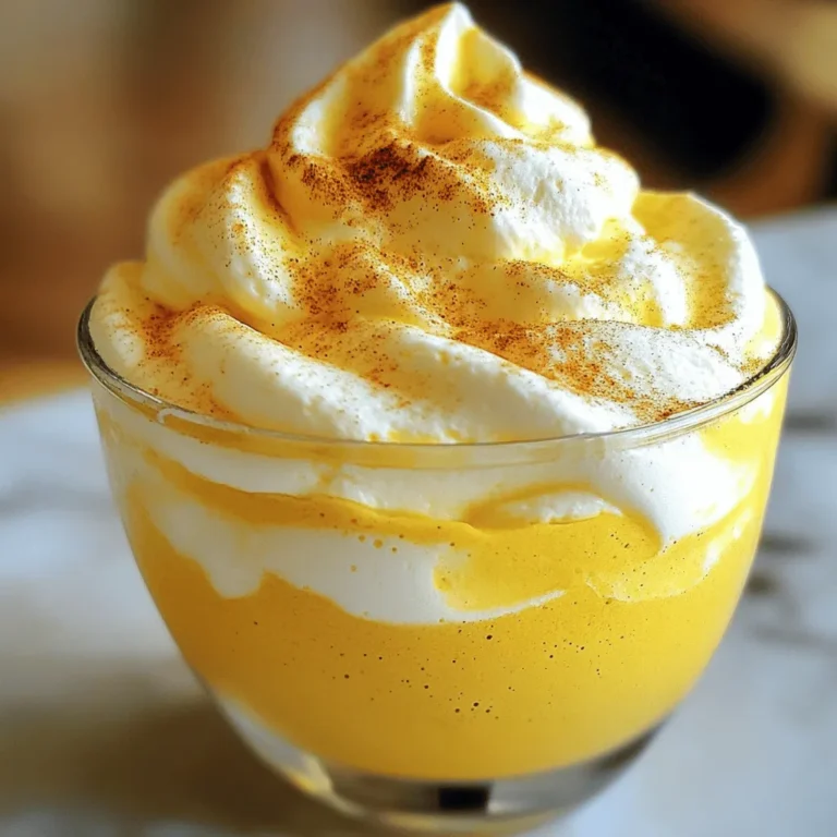 - 240 ml Schlagsahne - 60 ml reines Kürbispüree - 30 ml Ahornsirup oder Honig - 5 ml Vanilleextrakt - 2,5 ml Kürbiskuchengewürz (plus extra zum Garnieren) - Eine Prise Salz Für diesen schnellen Kürbis-kalten Schaum benötigen wir einige einfache Zutaten. Die Hauptzutaten sind Schlagsahne, Kürbispüree und Ahornsirup. Die Schlagsahne gibt dem Schaum eine luftige Textur. Das Kürbispüree sorgt für den köstlichen Kürbisgeschmack, den wir lieben. Der Ahornsirup oder Honig bringt die Süße, die das Ganze abrundet. Zusätzlich brauchen wir Gewürze und Extrakte. Vanilleextrakt verleiht dem Schaum ein feines Aroma. Kürbiskuchengewürz fügt die typischen Herbstnoten hinzu, wie Zimt und Muskat. Eine Prise Salz hebt den Geschmack hervor und bringt alles zusammen. Diese Zutaten sind leicht zu finden. Sie helfen dir, einen leckeren und schönen kalten Schaum zu machen. Wenn du mehr über die Zubereitung erfahren möchtest, schau dir das [Full Recipe] an. - Zuerst nehme ich eine große Rührschüssel. - Ich gebe die Schlagsahne, das Kürbispüree, den Ahornsirup, den Vanilleextrakt, das Kürbiskuchengewürz und eine Prise Salz hinein. - Ich stelle sicher, dass alle Zutaten frisch sind. Frische Zutaten machen den besten Geschmack. - Dann rühre ich alles gut um. Die Mischung sollte gleichmäßig sein. - Jetzt kommt der spannende Teil. Ich nehme einen elektrischen Mixer oder einen Schneebesen. - Ich schlage die Mischung auf mittlerer Geschwindigkeit. - Ich achte darauf, weiche Spitzen zu erreichen. Das dauert etwa 2-3 Minuten. - Ich muss aufpassen, dass ich nicht übermixen. Der Schaum soll glatt und samtig sein. - Nach dem Schlagen übertrage ich den Kürbis-Kaltschaum in einen Servierbehälter. - Ich kann ihn sofort verwenden. Eine großzügige Portion auf meinem Kaffee macht jeden Tag besser. - Wenn ich nicht alles sofort brauche, bewahre ich ihn im Kühlschrank auf. So bleibt er bis zu 3 Tage frisch. - Vor dem Servieren rühre ich den Schaum vorsichtig um. Dann löffele ich ihn auf mein Getränk. - Ich streue zusätzliches Kürbiskuchengewürz darüber. Es sieht schön aus und schmeckt gut. Ich benutze diese Schritte aus der Vollrezeptur für schnellen Kürbis-Kalten Schaum. Es ist einfach und macht Freude! Um die perfekte Konsistenz für den Kürbis-Kalten Schaum zu erhalten, ist es wichtig, nicht zu übermixen. Sobald sich weiche Spitzen bilden, sollten Sie aufhören. Übermäßiges Schlagen macht den Schaum fest und weniger cremig. Ein samtiger Schaum ist das Ziel. Wenn Sie die Süße anpassen möchten, fügen Sie einfach mehr oder weniger Ahornsirup hinzu. Probieren Sie es aus! Jeder hat einen anderen Geschmack. Beginnen Sie mit weniger und fügen Sie mehr hinzu, bis es Ihnen gefällt. Für die Garnierung können Sie zusätzliche Gewürze verwenden. Zimt oder Muskatnuss passen gut dazu. Auch ein wenig Karamellsauce kann eine süße Note bringen, die den Geschmack hebt. Wenn Sie milchfreie Optionen benötigen, probieren Sie Mandel- oder Hafermilch. Diese Alternativen haben ihren eigenen Geschmack, der gut mit Kürbis harmoniert. So haben Sie eine tolle, cremige Textur ohne Milch. {{image_4}} Eine tolle Idee ist, Karamell- oder Schokoladensauce hinzuzufügen. Dies gibt dem kalten Schaum eine süße und reichhaltige Note. Einfach etwas Sauce in die Mischung rühren oder obenauf geben. Wenn du nach veganen oder paleo-freundlichen Alternativen suchst, gibt es auch Optionen! Verwende Kokoscreme anstelle von Schlagsahne. Das ist lecker und passt gut zum Kürbisgeschmack. Statt Ahornsirup kannst du Agavensirup nutzen. Das ist auch für viele Diäten geeignet. Du kannst den Geschmack leicht anpassen. Zimt ist dabei eine tolle Wahl. Füge einfach eine Prise Zimt zur Mischung hinzu. Das bringt eine warme, herbstliche Note. Wenn du kein Kürbispüree hast oder magst, probiere Süßkartoffel. Sie hat einen ähnlichen Geschmack und ist leicht süß. Verwende das gleiche Maß wie für das Kürbispüree in der vollständigen Rezeptanleitung. Mit diesen Variationen kannst du deinen eigenen kalten Schaum kreieren. Spaß beim Experimentieren! Der Kürbis-kalte Schaum hält sich im Kühlschrank bis zu drei Tage. Um die beste Frische zu sichern, bewahre ihn in einem luftdichten Behälter auf. Dies verhindert das Eindringen von Gerüchen und hält den Geschmack rein. Um die Trennung des Schaums zu vermeiden, rühre ihn sanft um, bevor du ihn verwendest. Trennung kann passieren, wenn Luftblasen platzen. Bei richtiger Lagerung bleibt die Konsistenz schön und cremig. Hast du Reste? Nutze den Kürbis-kalten Schaum in verschiedenen Getränken oder Desserts. Er passt perfekt zu Kaffee, Tee oder sogar in einen Milchshake. Du kannst ihn auch auf Pfannkuchen oder Waffeln geben. Nach der Lagerung, rühre den Schaum leicht um, um die Textur wiederherzustellen. So bleibt er frisch und lecker. Er ist sehr vielseitig und bringt einen tollen Geschmack in viele Gerichte. Um eine einfache Kürbis-Kalte Schaumcreme zu machen, folgen Sie diesen Schritten: 1. Mischen Sie die Zutaten in einer Schüssel. 2. Verwenden Sie einen Mixer, um die Mischung zu schlagen. 3. Schlagen Sie, bis sich weiche Spitzen bilden. 4. Sehen Sie zu, dass Sie nicht übermixen. 5. Übertragen Sie den Schaum in einen Behälter. 6. Verwenden Sie sofort oder lagern Sie ihn im Kühlschrank. Diese Schritte sind schnell und einfach. Für das genaue Rezept schauen Sie sich das vollständige Rezept an. Ja, Sie können diesen Schaum für viele Getränke nutzen. Er passt perfekt zu: - Kaffee wie Latte oder Cappuccino. - Tee für eine besondere Note. - Heiße Schokolade für einen süßen Genuss. - Desserts wie Pfannkuchen oder Waffeln. Seien Sie kreativ und fügen Sie den Schaum überall hinzu. Ihre Gäste werden begeistert sein. Der Kürbis-Kalte Schaum hält sich gut im Kühlschrank. Er bleibt frisch für bis zu drei Tage. Um die Qualität zu erhalten, bewahren Sie ihn in einem luftdichten Behälter auf. Vor dem Servieren sollten Sie den Schaum gut umrühren. So bleibt er schön cremig und lecker. Diese Anleitung zeigt Ihnen, wie Sie eine köstliche Kürbis-Kalte Schaumcreme zubereiten. Sie haben gelernt, welche Zutaten Sie benötigen und wie Sie den perfekten Schaum erreichen. Denken Sie daran, dass frische Zutaten und die richtige Mischung wichtig sind. Sie können mit verschiedenen Geschmäckern und Garnierungen experimentieren. Nutzen Sie die Tipps, um den Schaum zu lagern und Reste kreativ zu verwenden. Genießen Sie Ihre Kreationen und teilen Sie sie mit Freunden!