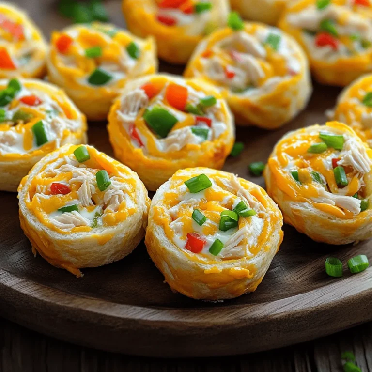 - Tortillas (Vollkorn oder Spinat) - Gekochtes und zerkleinertes Hähnchen - Frischkäse und Ranch-Dressing Für diese Hähnchen Ranch Pinwheels sind die Hauptzutaten einfach und lecker. Ich verwende oft Vollkorn- oder Spinat-Tortillas. Sie geben den Pinwheels einen tollen Geschmack und eine schöne Farbe. Das Hähnchen muss gekocht und zerkleinert sein. So lässt es sich gut mischen. Frischkäse macht die Füllung cremig und das Ranch-Dressing gibt den besonderen Kick. - Geriebener Cheddar-Käse - Gewürfelte Paprika und Frühlingszwiebeln - Salz und Pfeffer Um den Geschmack zu verbessern, füge ich geriebenen Cheddar-Käse hinzu. Er schmilzt gut und macht die Füllung noch besser. Gewürfelte Paprika bringen frische und Farbe. Ich mag es, rote und grüne Paprika zu verwenden. Frühlingszwiebeln geben einen leichten Zwiebelgeschmack und einen schönen Crunch. Vergiss nicht, mit Salz und Pfeffer abzuschmecken, um das Aroma zu runden. Für das vollständige Rezept schau dir die [Full Recipe] an. Zuerst mische ich den zimmerwarmen Frischkäse mit dem Ranch-Dressing. Ich benutze eine mittelgroße Schüssel. Es ist wichtig, dass die Mischung glatt wird. Danach füge ich das zerkleinerte Hähnchen hinzu. Ich schneide auch die Paprika klein. Diese kommen jetzt in die Schüssel. Die gehackten Frühlingszwiebeln dürfen nicht fehlen. Alles gut umrühren, bis die Zutaten gleichmäßig verteilt sind. Dann schmecke ich die Mischung mit Salz und Pfeffer ab. Jetzt kommt der spannende Teil. Ich lege eine Tortilla auf die Arbeitsfläche. Dann verteile ich die Hälfte der Hähnchenmischung gleichmäßig darauf. Ich lasse an den Rändern etwas Platz. Danach streue ich die Hälfte des geriebenen Cheddar-Käses darüber. Ich beginne am Rand und rolle die Tortilla straff auf. Es ist wichtig, dass sie fest bleibt. Mit der zweiten Tortilla mache ich dasselbe. Dann lege ich die beiden Rollen mit der Naht nach unten auf ein Schneidebrett. Ich schneide jede Rolle in Stücke von etwa 2,5 cm Dicke. Jetzt richte ich die Pinwheels auf einem Servierteller an. Das sieht immer gut aus! Ich mag es, frische Kräuter wie Petersilie oder Basilikum als Garnierung zu verwenden. Damit wird das Gericht noch schöner. Diese Pinwheels sind ein perfekter Snack. Sie sind lecker und einfach zuzubereiten. Du kannst das ganze Rezept unter [Full Recipe] finden. Um die beste Füllung zu erhalten, verwenden Sie zimmerwarmen Frischkäse. Kalter Käse kann klumpig werden. Mischen Sie ihn gut mit dem Ranch-Dressing. Dies sorgt für eine glatte und cremige Konsistenz. Vermeiden Sie überflüssige Feuchtigkeit, indem Sie das Hähnchen gut abtropfen lassen. So bleibt die Füllung fest und die Pinwheels fallen nicht auseinander. Experimentieren Sie mit verschiedenen Gewürzen, um den Geschmack zu verbessern. Fügen Sie etwas Knoblauchpulver oder Paprika hinzu. Sie können auch frische Kräuter wie Dill oder Petersilie verwenden. Für variierte Käsesorten probieren Sie Frischkäse, Gouda oder sogar Feta. Unterschiedliche Dressings wie italienisches oder BBQ-Dressing geben neue Aromen. Für die Zubereitung dieser Pinwheels sind einige Küchenwerkzeuge hilfreich. Ein scharfes Messer ist ein Muss, um die Pinwheels sauber zu schneiden. Verwenden Sie eine große Schneideplatte für die Tortillas. Ein Gummiband kann helfen, die Rollen straff zu halten, während Sie sie schneiden. Eine Küchenmaschine erleichtert das Zerkleinern von Hähnchen und Gemüse. {{image_4}} Für Hähnchen Ranch Pinwheels kann man verschiedene Tortillas wählen. Glutenfreie Tortillas sind eine gute Wahl für Menschen mit Allergien. Sie sind leicht zu finden und schmecken lecker. Ich mag auch Spinat- oder Vollkorn-Tortillas. Diese Optionen geben den Pinwheels einen tollen Geschmack und eine schöne Farbe. Experimentiere mit anderen Geschmäckern, wie Tomate oder Oliven. So machst du deine Pinwheels einzigartig. Wenn du eine vegetarische Version machen möchtest, ist das einfach. Du kannst das Hähnchen durch Kichererbsen oder Tofu ersetzen. Diese Zutaten sind nährstoffreich und bieten einen tollen Biss. Füge extra Gemüse wie Karotten oder Gurken hinzu. Diese geben mehr Crunch und Farbe. Du kannst auch Avocado und Spinat für noch mehr Geschmack verwenden. Magst du es scharf? Dann füge Jalapeños oder scharfe Saucen hinzu. Diese geben den Pinwheels einen aufregenden Kick. Du kannst auch andere Kräuter und Gewürze ausprobieren. Wie wäre es mit Kreuzkümmel oder Paprika für einen besonderen Geschmack? Das gibt deinen Pinwheels eine interessante Note. Mit diesen Variationen kannst du die Hähnchen Ranch Pinwheels immer wieder neu erfinden. Für das vollständige Rezept schau dir die [Full Recipe] an. Die Hähnchen Ranch Pinwheels sind einfach zu lagern. Du solltest sie im Kühlschrank aufbewahren. Lege sie in einen luftdichten Behälter. So bleiben sie frisch und lecker. Die Haltbarkeit beträgt etwa drei bis vier Tage. Wenn du sie länger aufbewahren möchtest, kannst du sie einfrieren. Wenn du die Pinwheels wieder aufwärmen möchtest, gibt es einfache Tipps. Du kannst sie kalt genießen oder leicht erwärmen. Wenn du sie erwärmst, nutze eine Mikrowelle oder eine Pfanne. Erwärme sie nur kurz, damit sie nicht austrocknen. Du kannst die Hähnchen Ranch Pinwheels ganz einfach im Voraus zubereiten. Bereite die Füllung und die Tortillas vor. Wickele sie dann straff ein und lege sie in den Kühlschrank. So hast du einen schnellen Snack bereit. Für das Einfrieren ist es wichtig, die Pinwheels gut zu verpacken. Verwende Frischhaltefolie oder einen Gefrierbeutel. So bleiben sie frisch und behalten ihren Geschmack. Wenn du sie essen möchtest, lasse sie zuerst im Kühlschrank auftauen. So sind sie auch beim Aufwärmen nicht zu feucht. Diese Tipps helfen dir, die Hähnchen Ranch Pinwheels immer zur Hand zu haben. Als Snack für jeden Tag sind sie einfach und lecker! Hähnchen Ranch Pinwheels sind sehr anpassungsfähig. Hier einige Vorschläge für Füllungsalternativen: - Käse: Verwenden Sie Frischkäse mit Kräutern oder anderen Käsesorten. - Gemüse: Fügen Sie Spinat, Avocado oder Oliven hinzu. - Fleisch: Probieren Sie geräucherten Lachs oder Truthahn. - Nüsse: Fügen Sie gehackte Nüsse für einen Crunch hinzu. Diese Variationen bringen neue Geschmäcker und Texturen. Experimentieren macht Spaß! Ja, Sie können Hähnchen Ranch Pinwheels im Voraus zubereiten. Hier sind einige Tipps zur besten Lagerung und Vorbereitung: - Kühl lagern: Wickeln Sie die Pinwheels in Frischhaltefolie. So bleiben sie frisch. - Einfrieren: Sie können sie auch einfrieren. Wickeln Sie sie gut ein. - Vorbereiten: Bereiten Sie die Füllung einen Tag vorher vor. So sparen Sie Zeit. - Frisch servieren: Schneiden Sie die Pinwheels erst kurz vor dem Servieren. Hähnchen Ranch Pinwheels sind vielseitig und passen gut zu vielen Beilagen. Hier einige Empfehlungen für passende Snacks oder Dips: - Gemüsesticks: Karotten, Sellerie oder Paprika sind frisch und knackig. - Dips: Servieren Sie einen Joghurt-Dip oder einen würzigen Salsa. - Salate: Ein grüner Salat ergänzt die Pinwheels perfekt. Diese Beilagen machen Ihr Essen noch leckerer! Die Hähnchen Ranch Pinwheels sind einfach zuzubereiten und lecker. Wir haben die Hauptzutaten wie Tortillas, Hähnchen und Frischkäse verwendet. Die Schritt-für-Schritt-Anleitung erleichtert das Rollen und Servieren. Tipps zu Konsistenz und Geschmack helfen, das Gericht zu perfektionieren. Die verschiedenen Variationen ermöglichen kreatives Experimentieren. Lagern Sie die Pinwheels gekühlt für beste Frische. Diese Wraps sind eine großartige Snack-Option, die Sie lieben werden!