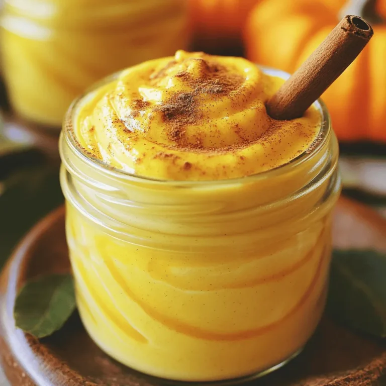 Um die perfekte herbstliche Gewürz-Pumpkin-Creme zu machen, benötigen Sie einige einfache Zutaten. Diese Zutaten sind leicht zu finden und machen die Creme cremig und lecker. Hier sind die Hauptzutaten: - 1 Tasse Kürbispüree - 2 Tassen Milch (oder pflanzliche Alternative) - ½ Tasse Schlagsahne (oder Kokoscreme für die pflanzliche Variante) - 3 Esslöffel reiner Ahornsirup - 1 Teelöffel Vanilleextrakt - 1 Teelöffel gemahlener Zimt - ½ Teelöffel gemahlene Muskatnuss - ¼ Teelöffel gemahlener Ingwer - Eine Prise Salz Wenn Sie eine pflanzliche Version der Creme wünschen, gibt es tolle Alternativen. Statt Milch können Sie Mandelmilch, Hafermilch oder Sojamilch verwenden. Diese Optionen sind lecker und gesund. Für die Sahne können Sie Kokoscreme verwenden. Sie gibt der Mischung eine schöne Konsistenz und einen tollen Geschmack. Die Gewürze sind der Schlüssel zu diesem Rezept. Sie bringen den Herbst in Ihre Tasse. Zimt ist warm und süß. Muskatnuss hat einen nussigen Geschmack. Ingwer gibt der Creme eine feine Schärfe. Diese Gewürze harmonieren perfekt mit dem Kürbis. Sie machen die Creme nicht nur schmackhaft, sondern auch aromatisch und einladend. Wenn Sie die Gewürze gut mischen, wird der Geschmack noch intensiver. Für das volle Rezept klicken Sie auf [Full Recipe]. Beginne mit der Herstellung der herbstlichen Gewürz-Pumpkin-Creme. Du brauchst ein mittelgroßes Topf. Gib das Kürbispüree, die Milch und die Schlagsahne hinein. Mische die Zutaten gut mit einem Schneebesen. Rühre, bis die Mischung glatt ist. Das ist wichtig für die richtige Textur. Stelle den Herd auf mittlere Hitze. Erhitze die Mischung, bis sie warm ist. Achte darauf, dass sie nicht kocht. Rühre oft, um ein Anbrennen zu vermeiden. Wenn die Mischung warm ist, füge den Ahornsirup und die Gewürze hinzu. Das sind Vanilleextrakt, Zimt, Muskatnuss, Ingwer und eine Prise Salz. Mische alles gut, bis die Gewürze gleichmäßig verteilt sind. Nimm den Topf vom Herd, wenn die Mischung gut vermischt ist. Lass die Creme kurz abkühlen. Für eine cremigere Textur verwende einen Stabmixer. Püriere die Creme, bis sie schaumig ist. Du kannst auch einen Standmixer nutzen, aber sei vorsichtig mit der Hitze. Nach dem Pürieren, lasse die Creme vollständig abkühlen. Dann kannst du sie in einen luftdichten Behälter umfüllen. Wenn du diese Schritte befolgst, wird deine herbstliche Gewürz-Pumpkin-Creme einfach und cremig! Probiere das Rezept aus, um den vollen Geschmack zu erleben. Um den Geschmack zu verbessern, probieren Sie weitere Gewürze aus. Fügen Sie etwas Anis oder Nelken hinzu. Ein Hauch von Piment kann auch sehr gut sein. Diese Gewürze bringen neue Tiefe und Wärme. Sie machen Ihre Kürbisceme einzigartig. Experimentieren Sie mit der Menge, um den perfekten Geschmack zu finden. Wenn Sie frisches Kürbispüree verwenden, schmeckt Ihre Creme frischer. Wählen Sie einen kleinen Hokkaido-Kürbis oder einen Muskatkürbis. Rösten Sie ihn im Ofen, um den Geschmack zu intensivieren. Wenn Sie Zeit sparen möchten, ist eine Dose Kürbispüree auch in Ordnung. Achten Sie darauf, reines Kürbispüree ohne Zusätze zu wählen. So bleibt der Geschmack rein und unverfälscht. Ahornsirup ist ideal für diesen Rezept. Er bringt eine subtile Süße und Tiefe. Verwenden Sie reinen Ahornsirup für den besten Geschmack. Alternativen wie Honig oder Agavendicksaft sind ebenfalls gut. Sie können die Süße nach Ihrem Geschmack anpassen. Beginnen Sie mit weniger und fügen Sie mehr hinzu, wenn nötig. {{image_4}} Um eine vegane Herbstliche Gewürz-Pumpkin-Creme zu machen, gibt es einfache Alternativen. Verwende pflanzliche Milch wie Mandel- oder Hafermilch. Für die Sahne kannst du Kokoscreme nutzen. Diese Optionen geben der Creme einen tollen Geschmack und eine schöne Textur. Sie sind leicht zu finden und machen das Rezept für alle zugänglich. Du kannst die Süße deiner Creme nach deinem Geschmack anpassen. Wenn du es weniger süß magst, reduziere den Ahornsirup. Für mehr Süße kannst du auch Honig oder Agavensirup verwenden. Eine weitere Möglichkeit ist, eine Prise Süßstoff hinzuzufügen. Probiere die Mischung während des Kochens, um den perfekten Geschmack zu finden. Diese Herbstliche Gewürz-Pumpkin-Creme ist vielseitig. Du kannst sie in deinem Kaffee oder Tee verwenden. Sie passt auch gut in Backwaren wie Muffins oder Kuchen. Verwende sie als Füllung für Pfannkuchen oder Waffeln. Du kannst sogar eine feine Schicht auf Desserts geben, um einen besonderen Touch hinzuzufügen. Die Möglichkeiten sind endlos! Entdecke neue Wege, um diese köstliche Creme zu nutzen und deinen Herbst zu verfeinern. Für das vollständige Rezept schaue dir die Anleitung an. Um die herbstliche Gewürz-Pumpkin-Creme frisch zu halten, verwenden Sie einen luftdichten Behälter. Lassen Sie die Creme zuerst ganz abkühlen, bevor Sie sie umfüllen. Das hilft, die Frische zu bewahren und verhindert, dass sich Feuchtigkeit bildet. Es ist wichtig, die Creme nicht zu lange bei Raumtemperatur stehen zu lassen. Lagern Sie sie besser im Kühlschrank. Im Kühlschrank bleibt Ihre Kürbisceme etwa 5 bis 7 Tage frisch. Überprüfen Sie vor dem Gebrauch immer den Geruch und die Konsistenz. Wenn Sie Veränderungen bemerken, entsorgen Sie die Creme. Es ist wichtig, auf die Haltbarkeit zu achten, um sicherzustellen, dass Sie sie genießen können. Sie können die Kürbisceme auch einfrieren, um sie länger aufzubewahren. Befolgen Sie diese Schritte: 1. Abkühlen lassen: Lassen Sie die Creme vollständig abkühlen, bevor Sie mit dem Einfrieren beginnen. 2. Portionieren: Teilen Sie die Creme in kleine Portionen auf. Verwenden Sie Eiswürfelformen oder kleine, gefriergeeignete Behälter. 3. Luftdicht verpacken: Stellen Sie sicher, dass die Behälter gut verschlossen sind, um Gefrierbrand zu vermeiden. 4. Einfrieren: Legen Sie die Behälter ins Gefrierfach. Sie können die Creme bis zu 3 Monate einfrieren. 5. Auftauen: Zum Verwenden die benötigte Menge im Kühlschrank über Nacht auftauen oder bei Raumtemperatur langsam auftauen. Rühren Sie gut um, bevor Sie sie verwenden. Mit diesen Tipps bleibt Ihre herbstliche Gewürz-Pumpkin-Creme lecker und frisch! Die Herbstliche Gewürz-Pumpkin-Creme bleibt im Kühlschrank etwa eine Woche frisch. Achte darauf, sie in einem luftdichten Behälter zu lagern. Vor dem Servieren solltest du die Creme gut umrühren. Wenn du sie länger aufbewahren möchtest, kannst du sie auch einfrieren. So bleibt der Geschmack und die Textur erhalten. Ja, du kannst die Herbstliche Gewürz-Pumpkin-Creme in vielen Getränken nutzen. Sie passt gut in Kaffee, Tee oder heiße Schokolade. Du kannst sie auch in Milchshakes oder Smoothies geben. Ihre Gewürze und der Kürbis geben jedem Getränk eine herbstliche Note. Die Zutaten für die Herbstliche Gewürz-Pumpkin-Creme sind leicht zu finden. Kürbispüree gibt es in vielen Supermärkten. Die Gewürze wie Zimt, Muskatnuss und Ingwer findest du auch in den meisten Geschäften. Für pflanzliche Alternativen kannst du in Bioläden nachsehen. Dort gibt es auch viele gesunde Optionen. Die herbstliche Gewürz-Pumpkin-Creme ist einfach zuzubereiten und vielseitig. Wir haben die Hauptzutaten, die Zubereitungsschritte und viele Tipps umrissen. Vergessen Sie nicht, das Rezept mit Ihren Lieblingsgewürzen zu verfeinern. Ob frisch zubereitet oder eingefroren, der Geschmack bleibt köstlich. Experimentieren Sie mit Variationen und lassen Sie Ihrer Kreativität freien Lauf. Genießen Sie jede Tasse dieser besonderen Creme in der kühleren Jahreszeit!