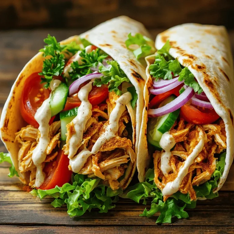 Für ein köstliches Hühnchen-Shawarma brauchst du folgende Zutaten: - 450 g Hähnchenoberkeulen (ohne Knochen und Haut) - 4 Knoblauchzehen, fein gehackt - 2 Teelöffel gemahlener Kreuzkümmel - 2 Teelöffel gemahlener Koriander - 1 Teelöffel Paprikapulver - 1 Teelöffel gemahlener Kurkuma - 1 Teelöffel gemahlener Zimt - 1/4 Teelöffel Cayennepfeffer (je nach Schärfewunsch anpassen) - 3 Esslöffel Olivenöl - 1 Esslöffel Apfelessig - Salz und Pfeffer nach Geschmack - 4 Pita-Brote - 1 Tasse frisch gehacktes Gemüse (Tomaten, Gurken, Salat) - Geschnittene rote Zwiebeln (zum Garnieren) - Frische Petersilie zum Garnieren Diese Zutaten sorgen für einen vollen Geschmack. Die Hähnchenoberkeulen sind saftig und zart. Hier sind die Zutaten für die cremige Knoblauchsauce: - 120 g Naturjoghurt - 3 Esslöffel Mayonnaise - 2 Knoblauchzehen, fein gehackt - 1 Esslöffel Zitronensaft - Salz nach Geschmack Diese Sauce gibt dem Shawarma einen tollen Kick. Der Joghurt macht sie frisch und cremig. Wähle frische, hochwertige Zutaten. Hier sind einige Tipps: - Hähnchen: Achte auf frisches Fleisch. Bio-Hähnchen hat oft mehr Geschmack und ist gesünder. - Gewürze: Kaufe ganze Gewürze und mahle sie selbst. So bleiben die Aromen besser erhalten. - Gemüse: Wähle knackiges, farbenfrohes Gemüse. Es sieht nicht nur gut aus, sondern ist auch nährstoffreich. - Knoblauch: Frischer Knoblauch hat einen intensiveren Geschmack als getrockneter. Mit diesen Zutaten wird dein Hühnchen-Shawarma ein Hit. Du kannst das vollständige Rezept unter [Full Recipe] finden. Um das Hühnchen perfekt zu marinieren, beginne mit einer großen Schüssel. Vermenge die gehackten Knoblauchzehen, Kreuzkümmel, Koriander, Paprikapulver, Kurkuma, Zimt und Cayennepfeffer. Füge das Olivenöl und den Apfelessig hinzu. Salz und Pfeffer kommen auch hinein. Rühre alles gut um. Legen die Hähnchenoberkeulen in die Marinade. Stelle sicher, dass sie gut bedeckt sind. Decke die Schüssel ab und lege sie mindestens eine Stunde in den Kühlschrank. Über Nacht marinieren macht das Hühnchen noch aromatischer. Die cremige Knoblauchsauce ist ganz einfach. Nimm eine kleine Schüssel und vermische den Naturjoghurt, die Mayonnaise, den gehackten Knoblauch und den Zitronensaft. Füge Salz nach Geschmack hinzu. Rühre die Mischung gut durch. Lass die Sauce beiseite, damit sich die Aromen verbinden. Heize den Grill oder die Pfanne auf mittelhohe Hitze vor. Lege die marinierten Hähnchenoberkeulen hinein und grille sie etwa 6-7 Minuten pro Seite. Das Hühnchen ist fertig, wenn es durchgegart ist und die Säfte klar sind. Nehme das Hühnchen vom Grill. Lass es einige Minuten ruhen. Schneide oder zupfe das Hühnchen in kleine Stücke. Erwärme die Pita-Brote leicht auf dem Grill oder in der Pfanne. Verteile eine großzügige Menge der cremigen Knoblauchsauce auf den Pita. Lege das zerkleinerte Hühnchen darauf. Garnieren mit frisch gehacktem Gemüse und geschnittenen roten Zwiebeln. Mit frischer Petersilie dekorieren und nach Belieben einen weiteren Spritzer Sauce hinzufügen. Wicke die Pita-Brote um die Füllung und serviere sie sofort. Für das komplette Rezept schaue bitte auf den Abschnitt „Full Recipe“. Um das beste Hühnchen-Shawarma zu machen, achte auf die Marinade. Mische die Gewürze gut mit dem Hähnchen. Lass das Fleisch mindestens eine Stunde marinieren. Für mehr Geschmack mariniere es über Nacht. Das macht das Hühnchen zart und lecker. Grille das Hähnchen bei mittlerer Hitze. So bleibt es saftig und bekommt schöne Grillstreifen. Lass es nach dem Grillen kurz ruhen. Das sorgt dafür, dass der Saft im Fleisch bleibt. Schärfe und Aromen kannst du leicht anpassen. Für weniger Schärfe, verwende weniger Cayennepfeffer. Wenn du es schärfer magst, füge mehr hinzu. Experimentiere mit den Gewürzen. Du kannst auch andere Gewürze wie Kurkuma oder Zimt variieren. Das gibt deinem Shawarma einen neuen Twist. Probiere auch andere Kräuter. Frische Petersilie oder Minze passen gut dazu. So kannst du deinen eigenen Geschmack in das Gericht bringen. Ein häufiger Fehler ist, das Hähnchen nicht genug zu marinieren. Das führt zu weniger Geschmack. Achte darauf, das Hähnchen gleichmäßig zu grillen, um ein Über- oder Untergaren zu vermeiden. Überprüfe die Temperatur mit einem Fleischthermometer. Das Hühnchen sollte 75 Grad Celsius erreichen. Vermeide es, die Pita-Brote zu lange zu grillen. Sonst werden sie trocken und bröselig. Halte alles frisch und knackig, indem du Gemüse erst kurz vor dem Servieren hinzufügst. So bleibt alles lecker und appetitlich. Viel Spaß beim Kochen und genieße dein Hühnchen-Shawarma mit cremiger Knoblauchsauce! Für das gesamte Rezept schau dir die [Full Recipe] an. {{image_4}} Wenn du eine vegetarische Version von Hühnchen-Shawarma magst, probiere marinierte Auberginen oder Zucchini. Diese Gemüse sind saftig und nehmen die Aromen gut auf. Du kannst auch Tofu verwenden, um eine proteinreiche Wahl zu bieten. Schneide das Gemüse in Streifen und mariniere es wie das Hähnchen. Grille es dann für einen tollen Geschmack. Um dein Hühnchen-Shawarma zu ergänzen, füge verschiedene Beilagen hinzu. Gegrillte Paprika und Zwiebeln harmonieren perfekt. Ein frischer Salat aus Tomaten, Gurken und Minze bringt Frische. Du kannst auch Hummus oder Tahini-Sauce als Dip verwenden. Sie passen gut zur cremigen Knoblauchsauce und machen das Gericht noch besser. Shawarma hat viele regionale Varianten. In der Levante wird oft Sumach hinzugefügt, um den Geschmack zu heben. In der Türkei gibt es Dönerspieße, die anders gewürzt werden. In Nordafrika sind Gewürze wie Ras el Hanout beliebt. Experimentiere mit diesen Zutaten, um dein eigenes Shawarma-Rezept zu kreieren. Nutze die Full Recipe für die Basis und passe es nach deinem Geschmack an. Wenn du Hühnchen-Shawarma übrig hast, lagere es in einem luftdichten Behälter. So bleibt das Fleisch frisch. Stelle sicher, dass es gut abgedeckt ist, um den Geschmack zu bewahren. Es hält sich im Kühlschrank etwa 3 bis 4 Tage. Für eine längere Haltbarkeit kannst du die Marinade und das Hühnchen einfrieren. Teile die Marinade in Portionen und lege sie in Gefrierbeutel. Das Hühnchen kann auch mariniert eingefroren werden. So sparst du Zeit bei der nächsten Zubereitung. Im Gefrierschrank hält sich alles etwa 3 Monate. Um das Shawarma aufzuwärmen, nutze eine Pfanne oder den Ofen. Erhitze das Fleisch bei mittlerer Hitze, um es saftig zu halten. Vermeide die Mikrowelle, da sie das Fleisch trocken machen kann. Füge nach dem Aufwärmen frische Knoblauchsauce hinzu, um den Geschmack zu verstärken. So bleibt es lecker! Du kannst das vollständige Rezept von Hühnchen-Shawarma mit cremiger Knoblauchsauce hier finden. Die Vorbereitung für Hühnchen-Shawarma dauert etwa 15 Minuten. Dann marinierst du das Fleisch für mindestens eine Stunde im Kühlschrank. Wenn du mehr Zeit hast, lasse es über Nacht marinieren. So wird der Geschmack viel besser. Das Grillen dauert ungefähr 15 bis 20 Minuten. Insgesamt wirst du also etwa eine Stunde und 15 Minuten für das gesamte Gericht benötigen. Ja, du kannst das Hühnchen auch im Ofen zubereiten. Heize den Ofen auf 200 Grad Celsius vor. Lege die marinierten Hähnchenoberkeulen auf ein Backblech. Backe sie für etwa 25 bis 30 Minuten. Überprüfe, ob das Hähnchen durch ist. Die Säfte sollten klar sein. Das gibt dir eine saftige und zarte Textur. Ja, es gibt viele glutenfreie Alternativen für Pita-Brote. Du kannst glutenfreie Tortillas oder spezielle glutenfreie Pita-Brote verwenden. Diese sind in den meisten Supermärkten erhältlich. Achte beim Kauf immer auf die Zutatenliste, um sicherzustellen, dass sie wirklich glutenfrei sind. So kannst du das Hühnchen-Shawarma auch ohne Gluten genießen. Ihr Hühnchen-Shawarma ist nun bereit für jede Gelegenheit. Wir haben die Hauptzutaten und die cremige Knoblauchsauce behandelt. Die Schritt-für-Schritt-Anleitung macht die Zubereitung einfach. Sie wissen jetzt, wie Sie die besten Ergebnisse erzielen und häufige Fehler vermeiden. Denken Sie daran, Variationen und Aufbewahrungstipps zu nutzen. Das macht Ihr Essen spannender! Genießen Sie Ihr leckeres Shawarma und teilen Sie es mit Freunden!