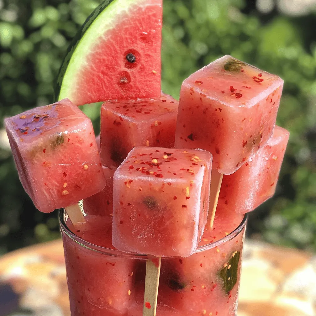 Für diese erfrischenden Pops benötigst du: - 4 Tassen kernlose Wassermelone, gewürfelt - 1/2 Tasse klarer Essig (z.B. Weißweinessig) - 1/4 Tasse Zucker - 1 Teelöffel Salz - 1 Teelöffel zerstoßene rote Pfefferflocken (nach Geschmack anpassen) Die Wassermelone bringt eine süße, saftige Note. Der Essig fügt einen herben Geschmack hinzu. Zucker und Salz balancieren die Aromen aus. Zerstoßene rote Pfefferflocken geben einen kleinen Kick. Du kannst frischen Dill hinzufügen, um den Geschmack zu verbessern. Er bringt einen feinen, kräuterigen Ton. Ein Esslöffel, gehackt, reicht für einen tollen Effekt. Wenn du Dill magst, probiere ihn aus! Wähle deine Eis-Pop-Formen. Silikonformen sind am besten. Sie sind flexibel und helfen dir, die Pops leicht zu lösen. Achte darauf, dass sie die richtige Größe haben. Du kannst auch Holzstiele verwenden, um das Essen zu erleichtern. Wenn du mehr über die Zubereitung erfahren möchtest, schau dir das [Full Recipe] an. Um die Marinade zu machen, nehme ich einen kleinen Topf. Ich gebe weißen Essig, Zucker, Salz und zerstoßene rote Pfefferflocken hinein. Dann erwärme ich die Mischung bei mittlerer Hitze. Ich rühre, bis der Zucker sich auflöst. Danach nehme ich den Topf vom Herd und lasse die Marinade abkühlen. Jetzt ist es Zeit für die Wassermelone! Ich schneide die kernlose Wassermelone in kleine Würfel. Diese gebe ich in eine große Rührschüssel. Wenn ich mag, streue ich frisch gehackten Dill darüber. Dann gieße ich die abgekühlte Marinade über die Wassermelonen und rühre vorsichtig um. Ich lasse die Mischung etwa 30 Minuten marinieren. So ziehen die Aromen gut ein. Nach der Marinierzeit fülle ich die Wassermelonenstücke in die Eis-Pop-Formen. Ich achte darauf, dass ich jede Form gut fülle. Danach gieße ich die restliche Marinade in die Förmchen. Ich lasse oben etwas Platz, damit die Pops beim Einfrieren Platz haben. Dann stecke ich die Stiele in die Formen und stelle sie in den Gefrierschrank. Ich lasse sie mindestens 4 Stunden gefrieren. Wenn sie fest sind, lasse ich warmes Wasser über die Förmchen laufen. Das hilft, die Pops leicht herauszuziehen. Um die Aromen zu verbessern, lassen Sie die Wassermelonenstücke länger marinieren. Ich empfehle mindestens 30 Minuten, um den Geschmack zu intensivieren. Sie können auch etwas mehr Dill hinzufügen, wenn Sie den frischen Geschmack mögen. Ein Spritzer Limettensaft kann die Süße der Wassermelone ausgleichen und mehr Tiefe bringen. Das Lösen der gefrorenen Pops kann manchmal knifflig sein. Ich empfehle, warmes Wasser über die Außenseiten der Formen laufen zu lassen. Warten Sie einige Sekunden, bevor Sie die Pops herausziehen. Dies hilft, die Pops leicht zu lösen, ohne sie zu beschädigen. Seien Sie vorsichtig und ziehen Sie sie sanft heraus. Wenn Sie Reste von der Marinade haben, werfen Sie diese nicht weg. Sie können die Marinade als Salatdressing verwenden. Es passt gut zu grünen Salaten und gibt ihnen einen interessanten Geschmack. Auch als Dip für frisches Gemüse ist die Marinade eine tolle Option. {{image_4}} Für eine gesündere Version der Frozen Watermelon Pickle Pops kannst du den Zucker reduzieren. Statt 1/4 Tasse Zucker, nutze einfach 2 Esslöffel Honig oder Agavendicksaft. Diese Alternativen geben dir die Süße, die du willst, ohne den raffinierten Zucker. Du kannst auch Stevia verwenden. Dies hat null Kalorien und ist viel süßer. Achte darauf, die Menge anzupassen. Die Basis dieser Pops kann mit anderen Gewürzen und Kräutern spannend werden. Probiere etwas Kreuzkümmel für einen warmen, erdigen Geschmack. Oder füge frische Minze hinzu, um eine kühlende Note zu erhalten. Wenn du die Schärfe magst, experimentiere mit Jalapeños oder frischem Ingwer. Diese kleinen Änderungen können die Aromen stark verändern. Du kannst die Wassermelone auch mit anderen Früchten kombinieren. Mango passt gut zu den Gewürzen und gibt eine tropische Note. Auch Ananas ist eine großartige Wahl. Mische gleich große Stücke von Wassermelone und Ananas, bevor du die Marinade hinzufügst. Diese Kombination sorgt für eine fruchtige Explosion im Mund. Probiere auch Kiwi für einen schönen Farbkontrast und frischen Geschmack. Um die besten Ergebnisse zu erzielen, sollten die Frozen Watermelon Pickle Pops bei -18 Grad Celsius gelagert werden. Diese Temperatur sorgt dafür, dass die Pops fest und lecker bleiben. Wichtig ist, dass die Pops in einer luftdichten Verpackung sind. So verhindern Sie, dass sie Frost oder unangenehme Gerüche aufnehmen. Verwenden Sie am besten einen gefrierfesten Beutel oder eine Box. Die Haltbarkeit der Frozen Watermelon Pickle Pops beträgt etwa 2 bis 3 Monate. Nach dieser Zeit können sie zwar noch sicher sein, aber der Geschmack kann leiden. Achten Sie darauf, die Pops vor dem Einfrieren gut zu beschriften. Notieren Sie das Datum, damit Sie wissen, wann sie eingefroren wurden. So behalten Sie den Überblick über die Frische. Um die gefrorenen Pops richtig aufzubewahren, lege ich sie in eine Schicht Frischhaltefolie. Dann packe ich sie in eine gefrierfeste Box. Diese Methode schützt die Pops vor Frost und Austrocknen. Wenn Sie die Pops genießen möchten, tauen Sie sie kurz bei Raumtemperatur auf. So bleiben die Aromen frisch und intensiv. Wenn Sie mehr über die Zubereitung wissen möchten, schauen Sie sich das Full Recipe an. Frozen Watermelon Pickle Pops halten sich bis zu drei Monate im Gefrierschrank. Danach verlieren sie ihren Geschmack und die Textur kann leiden. Um die besten Ergebnisse zu erzielen, beschriften Sie Ihre Pops mit dem Datum. So wissen Sie, wann sie gemacht wurden. Lagern Sie sie in einem luftdichten Behälter, um Frostschäden zu vermeiden. Ja, die Marinade lässt sich einfach anpassen. Sie können den Zucker reduzieren oder alternative Süßstoffe verwenden. Für mehr Schärfe fügen Sie mehr rote Pfefferflocken hinzu. Experimentieren Sie mit verschiedenen Essigsorten, wie Apfelessig oder Balsamico. Auch frische Kräuter wie Minze oder Basilikum passen gut. So können Sie den Geschmack nach Ihrem Wunsch verändern. Frozen Watermelon Pickle Pops sind relativ gesund. Sie enthalten frische Wassermelonen, die reich an Vitaminen sind. Wassermelonen sind kalorienarm und hydratisierend. Achten Sie jedoch auf die Zuckermenge in der Marinade. Wenn Sie den Zucker reduzieren, machen Sie die Pops noch gesünder. Diese Snacks sind eine tolle Alternative zu schweren Desserts und erfrischen an heißen Tagen. Die Frozen Watermelon Pickle Pops bieten erfrischenden Spaß im Sommer. Wir haben die Hauptzutaten, das Marinieren und die besten Tipps behandelt. Variationen helfen dir, neue Geschmäcker zu entdecken. Achte auf die Lagerung, damit deine Pops frisch bleiben. Diese leckeren Snacks sind nicht nur gesund, sondern machen auch Spaß. Probiere sie aus und teile deine Ergebnisse! Es ist einfach, aber so lecker, dass du nicht aufhören kannst, sie zu essen.
