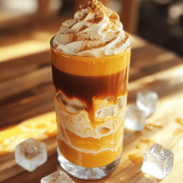 Die Hauptzutaten für dieses leckere Getränk sind einfach und leicht zu finden. Hier ist, was du brauchst: - 240 ml kalter Brühkaffee - 120 ml Schlagsahne - 60 ml Kürbispüree - 30 ml Ahornsirup (nach Geschmack anpassen) - 5 ml Vanilleextrakt - 5 ml Kürbisgewürz (plus zusätzlich für die Garnierung) - Eiswürfel Diese Zutaten machen den Kürbis Gewürz Sahne Kalten Brühkaffee zu einem echten Genuss. Der Kaffee bietet einen starken Geschmack. Das Kürbispüree sorgt für eine schöne Cremigkeit. Ahornsirup bringt die richtige Süße. Vanille und Kürbisgewürz fügen den besonderen Touch hinzu. Für eine schicke Garnierung kannst du ein paar weitere Zutaten verwenden: - Schlagsahne (zum Garnieren, optional) - Eine Prise Kürbisgewürz Diese Extras machen dein Getränk besonders festlich. Eine Schicht Schlagsahne oben drauf sieht nicht nur gut aus, sondern schmeckt auch toll. Hier sind die ungefähren Nährwertangaben für eine Portion: - Kalorien: 300 - Fett: 20 g - Kohlenhydrate: 30 g - Zucker: 25 g - Protein: 2 g Diese Nährwerte können je nach verwendeten Zutaten variieren. Schlagsahne und Ahornsirup tragen viel zur Kalorienzahl bei. Wenn du weniger Zucker möchtest, kannst du den Ahornsirup reduzieren. Für das beste Ergebnis folge dem Full Recipe. So schaffst du ein tolles Getränk, das du immer wieder genießen kannst. Um die Kürbiscreme zu machen, beginne mit einer Rührschüssel. Dort gibst du 120 ml Schlagsahne, 60 ml Kürbispüree, 30 ml Ahornsirup, 5 ml Vanilleextrakt und 5 ml Kürbisgewürz. Mische alles mit einem Schneebesen. Achte darauf, dass die Mischung glatt ist. Diese Creme gibt deinem kalten Brühkaffee den besonderen Geschmack. Nimm ein großes Glas und fülle es mit Eiswürfeln. Gieße 240 ml kalten Brühkaffee bis fast zum Rand. Jetzt kommt der spannende Teil! Nimm einen Löffel und halte ihn über den Kaffee. Gieße die Kürbiscreme-Mischung langsam über den Löffel. So bleibt die Creme oben auf dem Kaffee. Es sieht toll aus und schmeckt auch so. Um die Schichtung perfekt hinzubekommen, sei langsam und vorsichtig. Wenn du die Creme über den Löffel gießt, breitet sie sich sanft aus. Wenn du magst, kannst du das Getränk mit Schlagsahne und etwas Kürbisgewürz garnieren. Das gibt deinem Getränk einen festlichen Look. Du kannst auch einen Strohhalm benutzen, um die Schichten beim Trinken zu vermischen. Probiere die Schritte aus dem [Full Recipe] und bringe deinen Kürbiscreme kalten Brühkaffee auf das nächste Level! Ein häufiger Fehler ist, den kalten Brühkaffee nicht gut abzukühlen. Achte darauf, dass der Kaffee wirklich kalt ist. Wenn er warm ist, schmilzt das Eis schnell und dein Getränk wird wässrig. Ein weiterer Fehler ist, die Kürbiscreme zu dick zu machen. Sie sollte leicht und luftig sein. Wenn die Mischung zu schwer ist, schwimmt sie nicht gut auf dem Kaffee. Rühre die Sahne und das Kürbispüree vorsichtig, um Luft einzuarbeiten. Du kannst den Geschmack anpassen. Wenn du es süßer magst, füge mehr Ahornsirup hinzu. Für einen schokoladigen Kick, probiere Kakaopulver oder Schokoladensirup. Wenn du es würziger magst, erhöhe die Menge an Kürbisgewürz. Du kannst auch einen Schuss Espresso hinzufügen, um mehr Koffein zu bekommen. Sei kreativ und finde die Mischung, die dir am besten schmeckt. Für kalten Brühkaffee wähle einen milden Kaffee. Sorten wie Arabica sind süß und fruchtig. Sie passen gut zu Kürbis. Dunklere Röstungen geben einen starken Geschmack, können aber bitter sein. Achte darauf, die Bohnen grob zu mahlen. Grobes Mahlen hilft, dass der Kaffee klar bleibt und nicht trüb wird. Probiere verschiedene Sorten, um deinen Favoriten zu finden. {{image_4}} Für eine vegane Version des Kürbiscreme kalten Brühkaffees kannst du die Schlagsahne durch Kokoscreme ersetzen. Sie gibt einen tollen Geschmack und ist cremig. Außerdem kannst du pflanzliche Milch wie Mandel- oder Hafermilch nutzen. Diese Milchsorten passen gut zu Kürbis und Gewürzen. Wenn du keinen Ahornsirup magst, probiere Agavendicksaft oder Honig. Beide sind süß und geben dem Kaffee eine feine Note. Auch Dattelsirup ist eine gute Wahl. Er hat einen reichen Geschmack und ergänzt das Kürbispüree perfekt. Um mehr Würze in deinen Kaffee zu bringen, füge etwas Zimt oder Muskatnuss hinzu. Diese Gewürze bringen eine warme Note. Auch eine Prise Cayennepfeffer kann den Geschmack spannend machen. Sei mutig und experimentiere mit verschiedenen Gewürzen, um dein perfektes Getränk zu finden. Um Reste von deinem Kürbiscreme kalten Brühkaffee zu lagern, fülle sie in einen luftdichten Behälter. Stelle sicher, dass der Behälter gut verschlossen ist. So bleibt der Kaffee frisch. Du kannst ihn im Kühlschrank aufbewahren. Reste halten sich bis zu drei Tage. Die Haltbarkeit der Zutaten hängt von ihrer Art ab. Kalter Brühkaffee kann bis zu zwei Wochen im Kühlschrank bleiben. Schlagsahne hält etwa eine Woche, wenn sie offen ist. Kürbispüree bleibt ebenfalls eine Woche frisch. Achte darauf, das Haltbarkeitsdatum auf der Verpackung zu überprüfen. Wenn du Reste aufwärmen willst, nimm den kalten Brühkaffee aus dem Kühlschrank. Erhitze ihn vorsichtig in einem Topf. Rühre gut um, damit er gleichmäßig warm wird. Du kannst auch neue Eiswürfel hinzufügen, um den kalten Genuss zu bewahren. Wenn du die Kürbiscreme wieder verwendest, schlag sie einfach erneut auf, um die Frische zu bewahren. Um den besten Kürbis Gewürz Sahne Kalten Brühkaffee zu machen, musst du frische Zutaten verwenden. Beginne mit kaltem Brühkaffee. Mische dann die Schlagsahne, das Kürbispüree, den Ahornsirup, den Vanilleextrakt und das Kürbisgewürz gut. Das gibt dir die cremige Basis. Fülle ein Glas mit Eis und gieße den kalten Kaffee ein. Gieße dann die Kürbiscreme vorsichtig darüber. Diese Schichtung sieht toll aus und schmeckt super. Rühre vor dem Trinken gut um. So vermischst du die Aromen. Kürbispüree findest du in vielen Supermärkten. Schau im Regal für Backzutaten. Oft gibt es auch saisonale Produkte im Herbst. Alternativ kannst du Kürbispüree selbst machen. Koche einen Kürbis, püriere ihn und schon hast du frisches Püree. Das ist einfach und lecker. Es gibt viele Rezepte online, um dir dabei zu helfen. Achte darauf, reines Kürbispüree ohne zusätzliche Zutaten zu wählen. Ja, dieser Drink hat einige gesundheitliche Vorteile. Kürbispüree ist reich an Vitaminen und Mineralien. Es enthält Vitamin A, das gut für die Augen ist, und Ballaststoffe, die die Verdauung fördern. Der kalte Brühkaffee hat weniger Säure, was ihn magenfreundlicher macht. Die Schlagsahne kann gesunde Fette liefern, wenn du sie in Maßen verwendest. Ahornsirup hat auch Antioxidantien, die gut für den Körper sind. Genieß diesen Drink also ohne schlechtes Gewissen! In diesem Artikel haben wir die Hauptzutaten und die Zubereitung des Kürbis Gewürz Sahne Kalten Brühkaffees besprochen. Wir haben Tipps gegeben, um Fehler zu vermeiden und die besten Kaffeebohnensorten auszuwählen. Zudem haben wir Variationen und Lagerungshinweise erläutert. Jetzt bleibt es an dir, diesen leckeren Drink selbst auszuprobieren. Experimentiere mit eigenen Ideen. Mach ihn zu deinem neuen Favoriten!