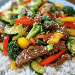 - Rinderfilet und Gemüseauswahl - Du brauchst 450 g Rinderfilet, dünn geschnitten. Wähle frisches, hochwertiges Fleisch. - Für das Gemüse empfehle ich Paprika, Brokkoli, Karotten und Zucchini. Diese Farben bringen Leben ins Gericht. - Sojasauce und Austernsauce - Sojasauce gibt dem Fleisch einen herzhaften Geschmack. Füge 2 Esslöffel hinzu. - Austernsauce bringt eine süßliche Tiefe. Nutze 1 Esslöffel für mehr Komplexität. - Gewürze und Öle - Verwende 1 Teelöffel Sesamöl für einen nussigen Geschmack. - Für das Braten ist Pflanzenöl wichtig. Es hält die Hitze gut. - Knoblauch und frischer Ingwer sind unerlässlich. Sie geben Frische und Aroma. - Vergiss nicht Salz und Pfeffer, um das Gericht abzurunden. Diese Zutaten machen dein Beef Veggie Stir-Fry besonders lecker. Du findest das vollständige Rezept in der Übersicht. Mariniere das Rindfleisch, um den Geschmack zu steigern. Verwende dafür eine Schüssel. Mische 450 g Rinderfilet mit 2 Esslöffeln Sojasauce, 1 Esslöffel Austernsauce und 1 Teelöffel Sesamöl. Füge eine Prise Salz und Pfeffer hinzu. Lass das Fleisch mindestens 15 Minuten marinieren. Währenddessen kannst du das Gemüse vorbereiten. Wähle für das Rindfleisch ein gutes Stück. Achte darauf, dass es frisch und von hoher Qualität ist. Rinderfilet eignet sich am besten. Es hat eine zarte Textur und schmeckt großartig in einem Stir-Fry. Jetzt kommt der Spaß: das Gemüse. Wasche alle Zutaten gut. Schneide die Paprika in Streifen, die Karotte in feine Stifte und die Zucchini in Scheiben. Teile den Brokkoli in kleine Röschen. Diese Farben werden dein Gericht lebendig machen. Ein paar Tipps: Verwende ein scharfes Messer, um die Arbeit zu erleichtern. Halte deine Finger immer weg von der Klinge. Das macht das Schneiden sicherer und einfacher. Für dein Beef Veggie Stir-Fry passen viele Gemüsesorten. Brokkoli, Paprika, Karotten und Zucchini sind perfekt. Du kannst auch Erbsen oder Pilze hinzufügen. Sie bringen noch mehr Geschmack. Erhitze in einem Wok oder einer großen Pfanne das Pflanzenöl. Es sollte heiß genug sein, dass es glänzt. Füge das marinierte Rindfleisch hinzu. Lass es zwei Minuten braten, ohne zu rühren. Das macht das Fleisch schön braun. Wende es dann und brate es weitere zwei bis drei Minuten. Nimm das Rindfleisch aus der Pfanne und lege es beiseite. Jetzt kommt das Gemüse. Gib eventuell etwas mehr Öl in die Pfanne. Füge den gehackten Knoblauch und den geriebenen Ingwer hinzu. Brate sie kurz an, bis sie duften. Dann kommen Brokkoli, Karotten und Paprika in die Pfanne. Rühre alles zwei bis drei Minuten, bis das Gemüse weich wird. Bring das Rindfleisch zurück in die Pfanne. Füge auch die Zucchini und die Frühlingszwiebeln hinzu. Mische alles gut. Koche es zwei bis drei Minuten, bis das Gemüse zart, aber noch knackig ist. Jetzt kannst du das Gericht nach deinem Geschmack würzen. Probiere es und füge mehr Salz oder Pfeffer hinzu, wenn nötig. Serviere dein Beef Veggie Stir-Fry heiß auf einem Bett aus Jasminreis. Es wird jeden beeindrucken! Vergiss nicht, das vollständige Rezept zu beachten, um alle Details zu sehen. Um das beste Beef Veggie Stir-Fry zu machen, wähle einen Wok. Ein Wok hat eine breite Fläche und hohe Wände. Dadurch bleibt alles im Topf. Bei einer normalen Pfanne kann das Gemüse leicht herausfallen. Die Hitze ist wichtig. Stelle die Hitze hoch ein. So bräunt das Fleisch schnell. Ein hoher Temperatur hilft, die Aromen zu bewahren. Zu niedrige Hitze macht das Gericht matschig. Für mehr Geschmack, füge zusätzliche Gewürze hinzu. Ein bisschen Chili bringt Schärfe. Auch ein Spritzer Limettensaft macht das Gericht frisch. Probiere alternative Saucen. Teriyaki-Sauce hat eine süße Note. Oder benutze Hoisin-Sauce für einen anderen Geschmack. Beim Servieren kannst du kreativ sein. Lege das Stir-Fry in einer großen Schüssel an. Oder richte es auf tiefen Tellern an. Garnierungen machen das Gericht schöner. Frische Frühlingszwiebeln oder Sesam sind gute Optionen. Ein Spritzer Sesamöl bringt zusätzlichen Glanz. Für das vollständige Rezept, schau dir Sizzling Beef & Colorful Veggie Stir-Fry an. {{image_4}} Du kannst dein Beef Veggie Stir-Fry mit saisonalem Gemüse anpassen. Im Frühling sind Spargel und Erbsen frisch. Im Sommer passen Zucchini und Paprika gut. Im Herbst kannst du Kürbis und Karotten verwenden. Im Winter sind Wurzelgemüse wie Rüben und Sellerie ideal. Wenn du vegetarische oder vegane Alternativen suchst, ersetze das Rindfleisch durch Tofu oder Tempeh. Diese Optionen sind proteinreich und nehmen die Aromen gut auf. Probiere auch verschiedene Gemüsesorten, um neue Geschmäcker zu entdecken. Für glutenfreie Optionen benutze tamari statt Sojasauce. So bleibt der Geschmack gleich, ohne Gluten. Du kannst auch eine glutenfreie Austernsauce wählen. Wenn du Low-Carb-Varianten bevorzugst, lass die Reisbeilage weg oder ersetze sie durch Blumenkohlreis. So bleibt das Gericht leicht und gesund. Du kannst auch mehr Gemüse verwenden, um die Portionen zu füllen. Asiatische Inspiration ist in diesem Gericht wichtig. Du kannst deine Lieblingssauce hinzufügen, wie teriyaki oder hoisin. Diese Saucen bringen zusätzliche Tiefe und einen neuen Geschmack. Fusion-Gerichte sind ein Spaß. Kombiniere asiatische und italienische Küche, indem du Reisnudeln und Pesto verwendest. So schaffst du ein einzigartiges Geschmackserlebnis. Lass deiner Kreativität freien Lauf! Nach dem Kochen bleibt oft etwas Beef Veggie Stir-Fry übrig. Du kannst die Reste im Kühlschrank aufbewahren. Fülle sie in einen luftdichten Behälter. So bleiben sie frisch und lecker. Der Stir-Fry hält sich 3 bis 4 Tage. Wenn du die Reste aufwärmen möchtest, benutze die Mikrowelle. Stelle die Mikrowelle auf mittlere Leistung. Erhitze das Gericht für 1 bis 2 Minuten. Rühre zwischendurch um, damit alles gleichmäßig warm wird. Falls du mehr Portionen hast, kannst du den Stir-Fry einfrieren. Verpacke ihn in einen gefrierfesten Behälter oder einen Gefrierbeutel. Achte darauf, die Luft herauszudrücken, um Gefrierbrand zu vermeiden. So bleibt der Geschmack erhalten. Der Stir-Fry ist bis zu 3 Monate haltbar. Wenn du ihn wieder aufwärmen möchtest, lass ihn im Kühlschrank auftauen. Erhitze ihn dann in der Pfanne oder Mikrowelle. So bleibt das Gemüse knackig und das Fleisch zart. Die Zubereitung eines Beef Veggie Stir-Fry dauert insgesamt etwa 30 Minuten. Du brauchst etwa 15 Minuten, um alles vorzubereiten. Das Kochen selbst dauert dann weitere 15 Minuten. In dieser Zeit kannst du das Rindfleisch marinieren und das Gemüse schneiden. Diese schnelle Zubereitung macht das Gericht perfekt für ein Abendessen unter der Woche. Ja, du kannst das Gericht im Voraus zubereiten. Bereite das Rindfleisch und das Gemüse vor. Bewahre sie getrennt im Kühlschrank auf. So bleiben die Zutaten frisch. Du kannst sie dann einfach anbraten, wenn du bereit bist zu essen. Das spart Zeit und macht das Kochen stressfreier. Zu einem Beef Veggie Stir-Fry passen viele Beilagen. Du kannst Jasminreis oder gebratene Nudeln servieren. Diese Beilagen nehmen die leckeren Saucen gut auf. Alternativ kannst du auch Quinoa oder Blumenkohlreis verwenden. Diese Optionen sind gesund und lecker. Ja, die Reste sind gut zum Einfrieren geeignet. Achte darauf, das Gericht in einem luftdichten Behälter zu verpacken. So bleibt die Qualität nach dem Auftauen hoch. Wenn du es wieder aufwärmst, mache das in der Mikrowelle oder auf dem Herd. So bleibt das Gemüse knackig und das Rindfleisch zart. - Vollständiges Rezept: Sizzling Beef & Colorful Veggie Stir-Fry 🥦 Zusammenfassend haben wir die Zutaten, die Zubereitung und die besten Tipps für ein leckeres Beef Veggie Stir-Fry behandelt. Du hast gelernt, wie du das Rindfleisch marinierst, das Gemüse vorbereitest und alles perfekt kombinierst. Denke daran, dass du kreativ sein kannst, indem du saisonales Gemüse oder andere Saucen ausprobierst. Verwende auch deine Reste sinnvoll. Mit diesen Informationen bist du bereit, dein Stir-Fry zu kochen und zu genießen! Viel Erfolg beim Ausprobieren!