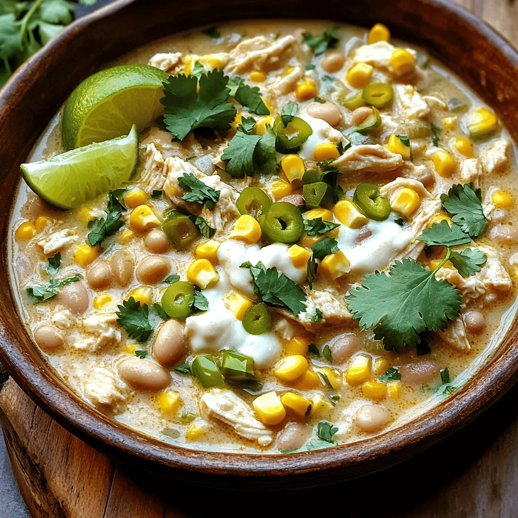 - 450 g Hähnchenbrustfilet ohne Haut und Knochen - 1 Esslöffel Olivenöl - 1 Dose (425 g) weiße Bohnen Die Hauptzutaten bilden die Basis für unseren cremigen weißen Hühner-Chili. Die Hähnchenbrust gibt dem Gericht viel Protein. Olivenöl sorgt für einen reichen Geschmack und hilft beim Anbraten. Weiße Bohnen bringen eine tolle Textur und zusätzliche Nährstoffe. - 1 Esslöffel gemahlener Kreuzkümmel - 240 g Frischkäse, weich - 120 g geriebener Monterey Jack Käse Gewürze verleihen dem Chili seinen tollen Geschmack. Kreuzkümmel bringt eine warme Note. Frischkäse macht das Gericht schön cremig. Monterey Jack Käse sorgt für ein schmelzendes, köstliches Finish. - Frischer Koriander zur Garnitur - Limettenviertel zum Servieren Frischer Koriander bringt Farbe und Frische ins Spiel. Limettenviertel geben einen spritzigen Kick. Diese einfachen Garnituren machen den Chili noch besser. Du kannst die Garnituren nach Belieben hinzufügen. Für das vollständige Rezept schaue dir das Rezept für cremigen weißen Hühner-Chili an. Um den cremigen weißen Hühner-Chili zu machen, musst du zuerst die Zutaten vorbereiten. Hacke eine mittelgroße Zwiebel und zwei Knoblauchzehen klein. Achte darauf, dass die Stücke gleichmäßig sind, damit sie gut garen. Dann würfle 450 g Hähnchenbrustfilet ohne Haut und Knochen. Diese Stücke sollten nicht zu groß sein, damit sie schnell garen. Erhitze in einem großen Topf 1 Esslöffel Olivenöl bei mittlerer Hitze. Gib die gehackte Zwiebel in den Topf und brate sie fünf Minuten lang an. Sie sollte klar und weich sein. Füge dann den gehackten Knoblauch hinzu. Brate ihn für eine weitere Minute, bis der Duft stark wird. Jetzt kommt das gewürfelte Hähnchen dazu. Würze es mit ½ Teelöffel Salz, ½ Teelöffel schwarzem Pfeffer, 1 Esslöffel gemahlenem Kreuzkümmel, 1 Teelöffel Oregano und 1 Teelöffel Chilipulver. Brate das Hähnchen etwa 6 bis 8 Minuten, bis es goldbraun ist. Jetzt ist es Zeit, die anderen Zutaten hinzuzufügen. Gib eine Dose (425 g) weiße Bohnen, 480 ml Hühnerbrühe, 150 g Maiskörner und eine Dose (115 g) gewürfelte grüne Chilis in den Topf. Rühre alles gut um und bringe die Mischung zum Köcheln. Reduziere die Hitze nun auf niedrig. Füge 240 g weichen Frischkäse in den Topf und rühre kräftig um. Der Frischkäse wird schmelzen und eine cremige Basis schaffen. Danach mische schrittweise 120 g geriebenen Monterey Jack Käse unter. Rühre weiter, bis der Käse vollständig geschmolzen ist. Schmecke das Chili ab und füge bei Bedarf mehr Salz oder Gewürze hinzu. Lass das Chili bei niedriger Hitze für 10 bis 15 Minuten köcheln. So können die Aromen sich gut verbinden. Wenn der Chili zu dick ist, kannst du etwas zusätzliche Hühnerbrühe hinzufügen, um die gewünschte Konsistenz zu erreichen. Du kannst das Chili heiß servieren, garniert mit frischem Koriander und Limettenvierteln. Diese frischen Zutaten bringen noch mehr Geschmack in dein Gericht. Für das vollständige Rezept, schau dir das [Full Recipe] an. Um die perfekte Konsistenz für deinen cremigen weißen Hühner-Chili zu erzielen, gibt es zwei einfache Methoden. - Verdünnen mit zusätzlicher Hühnerbrühe: Wenn dein Chili zu dick ist, füge einfach etwas mehr Hühnerbrühe hinzu. Rühre gut um, bis die gewünschte Konsistenz erreicht ist. - Kochen bei niedriger Hitze: Halte den Chili bei niedriger Hitze. Dadurch vermischen sich die Aromen besser und die Konsistenz bleibt cremig. Für mehr Geschmack kannst du verschiedene Gewürze und Kräuter hinzufügen. - Weitere Gewürze hinzufügen: Experimentiere mit Paprika oder Knoblauchpulver. Diese Gewürze können den Geschmack intensivieren. - Verwendung von frischen Kräutern: Frischer Koriander oder Petersilie geben deinem Chili einen frischen Kick. Füge sie kurz vor dem Servieren hinzu. Die richtige Beilage macht dein Chili noch besser. - Beilagen für den Chili: Serviere dein Chili mit Tortilla-Chips oder frischem Brot. Beide Optionen passen gut zu den cremigen Aromen. - Optimal servieren mit frischen Zutaten: Garnieren mit frischem Koriander und Limettenvierteln bringt Frische und Farbe auf den Teller. Das macht das Gericht noch ansprechender. Für das komplette Rezept, schau dir das [Full Recipe](#) an. {{image_4}} Für eine vegetarische Version von cremigem weißem Hühner-Chili kannst du das Hähnchen durch Tofu oder Seitan ersetzen. Tofu hat eine tolle Textur und nimmt den Geschmack gut auf. Seitan ist ebenfalls eine gute Wahl, da es eine fleischähnliche Konsistenz hat. Verwende auch Gemüsebrühe anstelle von Hühnerbrühe. Das gibt dem Chili einen herzhaften Geschmack, der gut harmoniert. Wenn du es gerne schärfer magst, füge Jalapeños hinzu. Du kannst sie frisch oder eingelegt verwenden. Diese kleinen grünen Paprika bringen eine angenehme Schärfe. Alternativ kannst du auch schärfere Gewürzmischungen verwenden. Probiere zum Beispiel eine Mischung mit Cayennepfeffer oder Chilipulver. Achte darauf, die Menge nach deinem Geschmack anzupassen. Um das Chili noch cremiger zu machen, ersetze den Frischkäse durch Sauerrahm. Sauerrahm hat einen tollen Geschmack und macht das Gericht noch reichhaltiger. Eine andere Option ist die Verwendung von Kokosmilch. Das gibt dem Chili einen exotischen Touch und eine besondere Note. Du wirst überrascht sein, wie gut die Kombination aus Kokosmilch und den anderen Zutaten schmeckt. Für das vollständige Rezept schaue dir bitte die [Full Recipe] an. Um dein cremiges weißes Hühner-Chili frisch zu halten, solltest du es in einen luftdichten Behälter umfüllen. Achte darauf, dass der Behälter gut schließt. Das Chili bleibt so für etwa 3 bis 5 Tage im Kühlschrank haltbar. Wenn du es länger aufbewahren möchtest, empfehle ich das Einfrieren. Das Einfrieren ist eine tolle Möglichkeit, um Reste zu sichern. Hier ist eine Schritt-für-Schritt-Anleitung: 1. Lass das Chili zuerst auf Raumtemperatur abkühlen. 2. Fülle es in gefriergeeignete Behälter oder Beutel. 3. Beschrifte den Behälter mit dem Datum und dem Inhalt. 4. Lege das Chili flach ins Gefrierfach. So sparst du Platz. Für das Auftauen kannst du das Chili über Nacht im Kühlschrank lagern. Ein schnellerer Weg ist die Mikrowelle. Erhitze es dort in kurzen Intervallen. Du kannst das Chili auf zwei Arten wieder aufwärmen: auf dem Herd oder in der Mikrowelle. - Auf dem Herd: Gib das Chili in einen Topf und erhitze es bei mittlerer Hitze. Rühre regelmäßig um, damit es nicht anbrennt. - In der Mikrowelle: Stelle das Chili in eine mikrowellengeeignete Schüssel. Decke es mit einem mikrowellenfesten Deckel ab und erhitze es in kurzen Intervallen, bis es heiß ist. Achte darauf, das Chili nicht zu überhitzen. So bleibt die cremige Textur erhalten. Wenn es zu dick ist, füge etwas Hühnerbrühe hinzu. So gelingt es dir, den perfekten Geschmack zu behalten. Die Zubereitung von cremigem weißem Hühner-Chili dauert insgesamt etwa 45 Minuten. Die Vorbereitungszeit beträgt 15 Minuten. Die Kochzeit ist mit 30 Minuten zu rechnen. In dieser Zeit zauberst du ein herzhaftes Gericht, das jedem schmeckt. Ja, du kannst das Chili im Voraus zubereiten. Es schmeckt sogar besser, wenn es etwas zieht. Bereite es einfach nach dem Rezept vor und lasse es abkühlen. Fülle das Chili in einen luftdichten Behälter. Du kannst es bis zu drei Tage im Kühlschrank lagern. Für längere Haltbarkeit kannst du es auch einfrieren. Für cremiges weißes Hühner-Chili empfehle ich verschiedene Beilagen. Tortilla-Chips sind knusprig und lecker. Auch Reis oder Quinoa passen gut dazu. Eine frische Guacamole oder ein einfacher grüner Salat machen das Essen rund. Zu trinken passen Limonade oder ein leichtes Bier. Dieses Rezept für cremiges, weißes Hühner-Chili vereint frische Zutaten und einfache Zubereitung. Du hast gelernt, wie man die Hauptzutaten vorbereitet, und welche Variationen möglich sind. Von vegetarischen Alternativen bis hin zu scharfen Optionen, es gibt viele Wege, das Chili anzupassen. Denke daran, das Chili richtig zu lagern, damit du es später genießen kannst. Probiere die Tipps, um den Geschmack zu verbessern. So machst du jedes Mal ein leckeres Gericht, das begeistert.