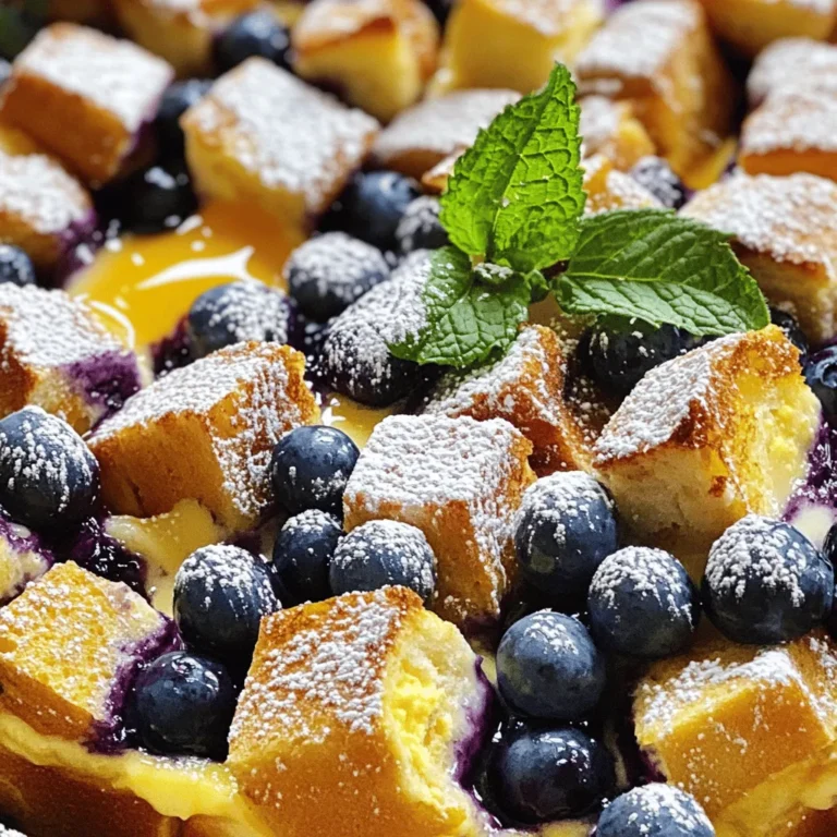 - 1 Laib Challah-Brot - 2 Tassen frische Heidelbeeren - 6 große Eier - 2 Tassen Vollmilch - 1/2 Tasse Ahornsirup - 1 Teelöffel Vanilleextrakt - 1 Teelöffel gemahlener Zimt - 1/4 Teelöffel Muskatnuss - 1/4 Teelöffel Salz - 2 Esslöffel ungesalzene Butter Um einen tollen Heidelbeer-Auflauf zu machen, benötigst du frische Zutaten. Der Hauptbestandteil ist das Challah-Brot. Es ist weich und hat eine leckere Textur. Du schneidest das Brot in Würfel. Das klingt einfach, aber die Größe ist wichtig. Die Brotwürfel sollten etwa 2,5 cm groß sein. Die Heidelbeeren sind der andere Hauptbestandteil. Sie bringen Farbe und süßen Geschmack. Du kannst frische oder gefrorene Heidelbeeren verwenden. Wenn du gefrorene nimmst, tauche sie vorher auf. Für die Eierbasis verwenden wir sechs große Eier. Diese geben dem Auflauf Struktur. Dazu kommen zwei Tassen Vollmilch. Sie macht die Mischung cremig und reichhaltig. Der Ahornsirup sorgt für die süße Note. Er ist ein wichtiger Teil des Geschmacks. Nun kommen die Gewürze ins Spiel. Vanilleextrakt bringt viel Aroma. Zimt ist ein weiterer wichtiger Geschmack. Er gibt einen warmen, würzigen Hauch. Muskatnuss und Salz runden das Ganze ab. Vergiss nicht die Butter! Du brauchst sie, um die Auflaufform einzufetten. So klebt der Auflauf nicht fest und lässt sich leicht schneiden. Das ist die Basis für deinen Heidelbeer-Auflauf. Mit diesen Zutaten wird dein Frühstück zum Genuss. Heize deinen Ofen auf 175 °C vor. Nimm eine 23x33 cm große Auflaufform und fette sie mit der weichen Butter ein. Dies hilft, den Auflauf gleichmäßig zu garen und verhindert, dass er kleben bleibt. Beginne mit der ersten Schicht. Lege die Hälfte der Brotwürfel gleichmäßig auf den Boden der Form. Streue nun die Hälfte der Heidelbeeren über das Brot. Wiederhole diesen Schritt mit den restlichen Brotwürfeln und Heidelbeeren. Die Schichten geben dem Auflauf eine schöne Textur und Farbe. In einer großen Rührschüssel schlägst du die Eier. Füge die Vollmilch, den Ahornsirup, den Vanilleextrakt, den gemahlenen Zimt, die Muskatnuss und das Salz hinzu. Mische alles gut zusammen, bis die Mischung glatt ist. Diese Eiermischung sorgt für die Cremigkeit des Auflaufs. Nimm den Auflauf aus dem Kühlschrank, falls du ihn vorher gekühlt hast. Lass ihn etwa 20 Minuten bei Raumtemperatur stehen. Backe den Auflauf im vorgeheizten Ofen für 40-45 Minuten. Die Oberseite sollte goldbraun sein und die Creme fest. Lass den Auflauf etwa 10 Minuten abkühlen, bevor du ihn in Stücke schneidest. Bestäube ihn mit Puderzucker und garniere ihn nach Belieben mit frischen Minzblättern. Serviere ihn warm mit zusätzlichem Ahornsirup. - Übernacht-Kühlschrank-Methode: Du kannst den Auflauf am Abend vorher zubereiten. Das spart Zeit am Morgen. Schichte das Brot und die Heidelbeeren. Gieße die Eiermischung darüber und decke die Form ab. Stelle sie dann über Nacht in den Kühlschrank. So kann das Brot die Flüssigkeit gut aufnehmen. - Vorbereitungen für einen stressfreien Morgen: Bereite alles vor, bevor du Gäste empfängst. Mische die Eier und die Milch schon am Abend. Lege sie in den Kühlschrank. So brauchst du am Morgen nur noch alles zusammenstellen und backen. - Richtiges Verhältnis der Zutaten: Achte darauf, die Mengen genau zu messen. Zu viel oder zu wenig von einer Zutat kann das Ergebnis ändern. Das richtige Verhältnis sorgt dafür, dass der Auflauf gut aufgeht und nicht zu trocken wird. - Sicherstellen, dass das Brot durchtränkt ist: Drücke das Brot sanft mit einem Spatel hinunter. So stellst du sicher, dass die Flüssigkeit in jedes Stück Brot eindringt. Das gibt dir eine schöne, cremige Textur im fertigen Auflauf. - Puderzucker und Minzblätter zur Garnierung: Bestäube den Auflauf vor dem Servieren mit Puderzucker. Füge frische Minzblätter hinzu. Das sieht nicht nur schön aus, sondern gibt auch einen frischen Geschmack. - Kombinationen mit Ahornsirup: Serviere den Auflauf warm mit einem zusätzlichen Schuss Ahornsirup. Das macht das Frühstück noch süßer. Du kannst auch andere Sirupsorten ausprobieren, um neue Geschmäcker zu entdecken. {{image_4}} Du kannst die Heidelbeeren durch andere Früchte ersetzen. Zum Beispiel sind Erdbeeren oder Himbeeren eine tolle Wahl. Wenn du verschiedene Beeren kombinierst, bekommst du mehr Geschmack. Misch die Früchte einfach nach deinem Wunsch. Eine Mischung aus Heidelbeeren, Himbeeren und Erdbeeren sieht auch hübsch aus. Für den Auflauf kannst du auch Brioche oder Weißbrot verwenden. Diese Brote geben dem Gericht eine süße Note. Wenn du glutenfrei essen möchtest, gibt es gute Alternativen. Glutenfreies Brot funktioniert hier gut. Achte darauf, dass das Brot altbacken ist, damit es die Flüssigkeit gut aufnehmen kann. Wenn du einen cremigeren Auflauf möchtest, kannst du die Flüssigkeit erhöhen. Füge einfach mehr Milch oder Eier hinzu. Das macht den Auflauf saftiger. Denk daran, die Backzeit anzupassen. Ein feuchter Auflauf braucht mehr Zeit im Ofen. Überprüfe immer die Konsistenz, bevor du ihn herausnimmst. Um deinen Heidelbeer-Auflauf frisch zu halten, wähle einen luftdichten Behälter. Dieser schützt den Auflauf vor Gerüchen und Feuchtigkeit. Wenn du keinen hast, kannst du ihn mit Frischhaltefolie abdecken. Der Auflauf bleibt im Kühlschrank bis zu vier Tage genießbar. Du kannst ihn einfach aufwärmen, wenn du Lust darauf hast. Wenn du den Auflauf länger aufbewahren möchtest, friere ihn ein. Lass ihn zuerst vollständig abkühlen. Schneide ihn dann in Portionen. Wickle jede Portion gut in Frischhaltefolie ein und lege sie in einen luftdichten Behälter. So bleibt er bis zu drei Monate frisch. Um den Auflauf aufzuwärmen, nimm ihn aus dem Gefrierfach und lasse ihn im Kühlschrank über Nacht auftauen. Am nächsten Tag kannst du ihn bei 175 °C im Ofen für 20 bis 25 Minuten aufwärmen. So wird er wieder warm und lecker. Der Auflauf sollte 40 bis 45 Minuten bei 175 °C backen. Die Oberseite wird goldbraun. Achte darauf, dass die Creme fest ist. Wenn du den Auflauf kühlen möchtest, lass ihn zuerst 20 Minuten bei Raumtemperatur stehen. Dann backe ihn wie beschrieben. Ja, du kannst die Eier ersetzen. Verwende eine Mischung aus 1 Esslöffel Leinsamen und 3 Esslöffel Wasser pro Ei. Lass die Mischung einige Minuten ruhen, bis sie dick wird. Ein weiterer Ersatz ist Apfelmus. Nutze 1/4 Tasse Apfelmus für jedes Ei. Ja, dieser Auflauf ist perfekt für Frühstück oder Brunch. Er ist einfach zuzubereiten und ideal für besondere Anlässe. Du kannst ihn am Wochenende für die Familie machen oder zu Feiertagen servieren. Serviere den Auflauf mit frischem Obst oder Joghurt. Ein bisschen Puderzucker macht ihn süßer. Du kannst auch zusätzlichen Ahornsirup dazu reichen. Ein guter Kaffee oder Tee passt perfekt dazu. Zusammenfassend haben wir ein leckeres Rezept für einen Heidelbeer-Challah-Auflauf besprochen. Wir haben die Zutaten, die Schritt-für-Schritt-Anleitung und wertvolle Tipps zur Zubereitung durchgegangen. Variationen und Lagerungshinweise helfen dir, den Auflauf ideal anzupassen. Denke daran, die Zutaten gut abzumessen und kreativ zu sein. Probiere verschiedene Früchte oder Brote, um neue Geschmäcker zu entdecken. Mit diesen Tipps machst du jeden Bissen unvergesslich!