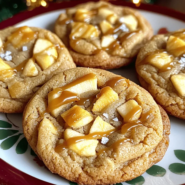 Für diese köstlichen Karamell-Apfel-Kekse brauchen wir einfache Grundzutaten. Hier ist die Liste: - 1 Tasse ungesalzene Butter, weich - 1 Tasse brauner Zucker, fest gepackt - 1/2 Tasse Kristallzucker - 1 großes Ei - 2 Teelöffel Vanilleextrakt - 2 Tassen Weizenmehl - 1 Teelöffel Backnatron - 1/2 Teelöffel Backpulver - 1/2 Teelöffel Salz - 1 Teelöffel gemahlener Zimt Diese Zutaten verbinden sich gut und geben den Keksen ihren besonderen Geschmack. Die besonderen Zutaten machen diese Kekse einzigartig. Dazu gehören: - 1 Tasse gewürfelte Äpfel (vorzugsweise Granny Smith) - 1/2 Tasse Karamellstückchen oder klein gehackte weiche Karamellen - 1/2 Tasse gehackte Pekannüsse oder Walnüsse (optional) Die Äpfel bringen Frische und einen leichten Säurekick. Granny Smith Äpfel sind perfekt, da sie fest und sauer sind. Die Karamellstückchen sorgen für süße, klebrige Momente. Die Nüsse fügen einen knusprigen Biss hinzu, sind jedoch optional. Die Wahl der Äpfel ist entscheidend für den Geschmack. Hier sind ein paar Tipps: - Wählen Sie Äpfel, die fest und knackig sind. - Granny Smith Äpfel sind ideal, da sie gut backen und den perfekten Kontrast zur Süße bieten. - Frische Äpfel haben mehr Geschmack und Saftigkeit. Kaufen Sie Äpfel, die frei von Druckstellen sind. So stellen Sie sicher, dass die Kekse lecker und saftig werden. Die Vorbereitungszeit für diese Karamell-Apfel-Kekse beträgt etwa 15 Minuten. Die Backzeit liegt bei 10 bis 12 Minuten. Insgesamt brauchen Sie also etwa 27 Minuten, um 24 leckere Kekse zu backen. 1. Heizen Sie Ihren Ofen auf 175°C vor. Legen Sie ein Backblech mit Backpapier aus. 2. In einer großen Schüssel rühren Sie die weiche Butter, den braunen Zucker und den Kristallzucker cremig. Nutzen Sie dafür einen Handmixer oder eine Küchenmaschine. 3. Fügen Sie das Ei und den Vanilleextrakt hinzu. Mischen Sie alles gut, bis es homogen ist. 4. In einer anderen Schüssel mischen Sie das Mehl, Backnatron, Backpulver, Salz und Zimt. 5. Geben Sie die trockenen Zutaten langsam zur feuchten Mischung. Rühren Sie nur, bis alles vermischt ist. Übermixen Sie nicht. 6. Heben Sie die gewürfelten Äpfel, die Karamellstückchen und die Nüsse vorsichtig unter den Teig. 7. Verwenden Sie einen Esslöffel, um Portionen des Teigs auf das Backblech zu setzen. Lassen Sie genug Platz zwischen den Keksen. 8. Backen Sie die Kekse im Ofen für 10-12 Minuten. Die Ränder sollten goldbraun sein. 9. Lassen Sie die Kekse 5 Minuten auf dem Blech abkühlen. Dann legen Sie sie auf ein Kuchengitter. - Die Butter sollte weich sein, aber nicht geschmolzen. - Rühren Sie die Zutaten gründlich, aber vermeiden Sie Übermischung. - Achten Sie auf die Backzeit. Jeder Ofen kann anders sein. Sehen Sie nach, wenn die Kekse goldbraun sind. - Lassen Sie die Kekse ausreichend abkühlen, bevor Sie sie lagern. Um den perfekten Teig für Ihre Karamell-Apfel-Kekse zu machen, ist die Butter wichtig. Stellen Sie sicher, dass die Butter weich ist, aber nicht geschmolzen. So wird der Teig schön cremig. Mischen Sie die Butter mit den Zuckern gut, bis die Mischung fluffig ist. Das sorgt für weiche Kekse. Achten Sie darauf, die trockenen Zutaten nur kurz zu mischen. Zu viel Rühren macht die Kekse hart. Heizen Sie Ihren Ofen auf 175°C vor. Diese Temperatur sorgt dafür, dass die Kekse gleichmäßig backen. Lassen Sie die Kekse 10 bis 12 Minuten backen. Achten Sie darauf, dass die Ränder goldbraun sind. Die Mitte sollte fest, aber noch weich sein. Lassen Sie die Kekse nach dem Backen 5 Minuten auf dem Blech abkühlen. So behalten sie ihre Form. Für eine tolle Präsentation können Sie die Kekse auf einem schönen Teller anrichten. Träufeln Sie etwas Karamellsauce darüber. Das sieht nicht nur gut aus, sondern schmeckt auch lecker. Eine Prise Meersalz obenauf gibt einen tollen Kontrast zur Süße. Sie können auch gehackte Nüsse oder Schokoladenstückchen als Topping verwenden. So wird jeder Keks zum Kunstwerk! {{image_4}} Wenn Sie spezielle Diäten einhalten, können Sie die Karamell-Apfel-Kekse anpassen. Für eine glutenfreie Version nutzen Sie einfach glutenfreies Mehl. Achten Sie darauf, dass das Mehl eine gute Bindung hat. Wenn Sie vegane Kekse möchten, ersetzen Sie die Butter durch Kokosöl und das Ei durch Apfelmus oder einen Leinsamen-Ersatz. Diese Alternativen sorgen für die richtige Konsistenz und den gewünschten Geschmack. Experimentieren Sie mit verschiedenen Zutaten für neue Geschmackserlebnisse. Verwenden Sie anstelle von Granny Smith Äpfeln süßere Sorten wie Fuji oder Honeycrisp. Fügen Sie gewürfelte Trockenfrüchte wie Cranberries oder Rosinen hinzu, um eine fruchtige Note zu erhalten. Für einen schokoladigen Kick können Sie Schokoladenstückchen statt Karamellstückchen verwenden. Diese kleinen Änderungen machen Ihre Kekse einzigartig und lecker. Nutzen Sie die Saison, um Ihre Kekse zu variieren. Im Herbst können Sie Kürbispüree hinzufügen. Das macht die Kekse saftig und gibt ihnen einen besonderen Geschmack. Fügen Sie dazu noch etwas Kürbiskuchengewürz hinzu. Im Winter ist Zimt besonders beliebt. Erhöhen Sie die Menge an gemahlenem Zimt oder fügen Sie etwas Muskatnuss hinzu. Diese saisonalen Varianten bringen Abwechslung auf den Tisch und machen Ihre Kekse zum Highlight jeder Feier. Um die Karamell-Apfel-Kekse frisch zu halten, lege sie in einen luftdichten Behälter. Plastiktüten mit Reißverschluss sind auch gut. Halte die Kekse bei Raumtemperatur. Vermeide direkte Sonneneinstrahlung. So bleiben sie weich und lecker. Die Kekse halten sich im Kühlschrank etwa eine Woche. Sie bleiben frisch und schmackhaft. Im Gefrierschrank kannst du sie bis zu drei Monate aufbewahren. Denke daran, sie in einen luftdichten Behälter zu packen. So schützt du sie vor Frostbrand. Wenn die Kekse trocken werden, lege ein Stück Brot in den Behälter. Das Brot gibt Feuchtigkeit ab und macht die Kekse wieder weich. Du kannst die Kekse auch kurz in der Mikrowelle erwärmen. Ein paar Sekunden reichen, um die Karamell-Apfel-Kekse aufzufrischen. Die Karamell-Apfel-Kekse halten gut in einem luftdichten Behälter. Sie bleiben frisch für etwa eine Woche. Bei kühler Lagerung im Kühlschrank können sie bis zu zehn Tage halten. Wenn Sie die Kekse einfrieren, bleiben sie bis zu drei Monate lecker. Achten Sie darauf, sie gut zu verpacken, um Gefrierbrand zu vermeiden. Ja, Sie können die Karamellstückchen weglassen. Das Rezept bleibt lecker auch ohne sie. Wenn Sie die Süße reduzieren möchten, probieren Sie es ohne die Karamellstückchen. Sie können auch andere Zutaten hinzufügen, wie Schokoladenstückchen oder Trockenfrüchte. So bleibt der Keks weiterhin saftig und geschmackvoll. Wenn Sie keine Pekannüsse haben, verwenden Sie Walnüsse oder Mandeln. Diese Nüsse geben einen guten Crunch. Sie können auch Sonnenblumenkerne oder Kürbiskerne verwenden. Diese Optionen sind nussfrei und gut für Allergiker. Achten Sie darauf, die Nüsse grob zu hacken, um die Textur zu bewahren. Karamellisierte Apfelkekse sind lecker und einfach zu machen. Wir haben die Grundzutaten, besondere Zutaten und die richtige Auswahl der Äpfel behandelt. Außerdem gab ich dir eine Schritt-für-Schritt-Anleitung zum Backen und nützliche Tipps für den perfekten Teig. Du kannst das Rezept auch anpassen oder variieren, um neue Geschmäcker zu entdecken. Denk daran, die Kekse richtig zu lagern, damit sie frisch bleiben. Mit diesen Informationen kannst du jetzt kreative und leckere Karamell-Apfel-Kekse zaubern!