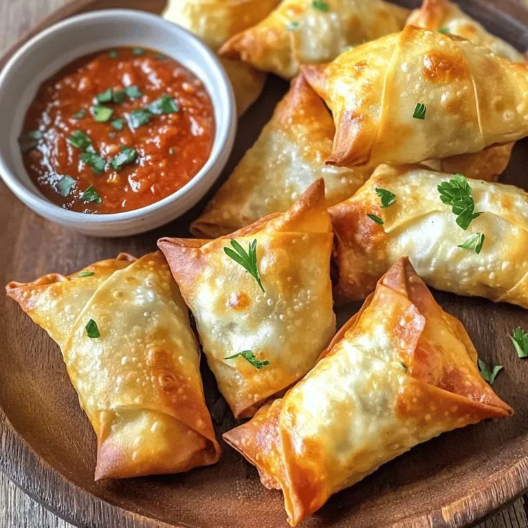 Um die besten Pizza-Rollen zu machen, brauchen Sie: - 1 Packung Wontons - 1 Tasse geriebener Mozzarella-Käse - 1/2 Tasse in Stücke geschnittene Peperoni - 1 Teelöffel italienische Gewürzmischung - 1 Esslöffel Olivenöl - Kochspray Diese Zutaten sorgen für den klassischen Geschmack. Wontons sind dünn und knusprig. Mozzarella macht die Füllung cremig. Peperoni gibt einen würzigen Kick. Für mehr Geschmack können Sie hinzufügen: - Knoblauchpulver - Zerstoßene rote Paprikaflocken Diese Zutaten geben den Pizza-Rollen eine extra Note. Knoblauchpulver bringt einen tollen Geschmack. Rote Paprikaflocken fügen ein wenig Schärfe hinzu. Wählen Sie frische und hochwertige Zutaten. Achten Sie auf: - Frische Wontons: Diese sind am besten für eine knusprige Textur. - Hochwertiger Mozzarella: Er schmilzt gut und hat einen tollen Geschmack. - Gute Peperoni: Suchen Sie nach hochwertigen Marken für mehr Geschmack. Wenn Sie frische Zutaten verwenden, schmecken die Pizza-Rollen besser. Experimentieren Sie mit verschiedenen Käsesorten oder Füllungen, um Ihren eigenen Stil zu finden. Zuerst heize ich meinen Airfryer auf 193°C vor. Das sorgt für den perfekten Start. Dann nehme ich eine mittlere Schüssel. In diese gebe ich den geriebenen Mozzarella-Käse und die geschnittenen Peperoni. Ich füge auch die italienische Gewürzmischung hinzu. Ich rühre alles gut um, bis die Aromen verteilt sind. Jetzt nehme ich einen Wonton. Ich gebe einen gehäuften Teelöffel der Füllung in die Mitte des Wontons. Achte darauf, nicht zu viel zu nehmen. Dann befeuchte ich die Ränder des Wontons leicht mit Wasser. Das hilft, die Ränder zu verschließen. Ich falte den Wonton diagonal, sodass ein Dreieck entsteht. Ich drücke die Ränder fest zusammen, um die Füllung zu sichern. Ich wiederhole den Füllprozess mit den restlichen Wontons. Es macht Spaß, die kleinen Päckchen zu füllen. Wenn ich alle Wontons gefüllt habe, bestreiche ich sie leicht mit Olivenöl. Das sorgt dafür, dass die Pizza-Rollen knusprig werden. Ich lege die gefüllten Wontons in den Korb des Airfryers. Sie sollten in einer einzigen Schicht liegen und sich nicht berühren. So garen sie gleichmäßig. Nun stelle ich den Timer auf 7-8 Minuten ein. Während des Garens wende ich die Rollen einmal. Das sorgt für eine schöne goldbraune Farbe. Nach dem Garen nehme ich die Rollen heraus und lasse sie eine Minute abkühlen. Ich serviere sie warm mit Pizzasoße. So lecker zum Dippen! Um knusprige Pizza-Rollen zu machen, müssen Sie den Air Fryer richtig nutzen. Heizen Sie den Air Fryer auf 193°C (380°F) vor. Diese Temperatur sorgt für goldbraune Rollen. Verwenden Sie Olivenöl, um die Wontons leicht zu besprühen oder zu bestreichen. Dies hilft, die Außenfläche knusprig zu machen. Achten Sie darauf, die Rollen in einer einzigen Schicht zu platzieren. So garen sie gleichmäßig und werden perfekt knusprig. Ein häufiger Fehler ist es, zu viel Füllung zu verwenden. Ein gehäufter Teelöffel reicht aus. Wenn Sie mehr Füllung nehmen, können die Wontons platzen. Befeuchten Sie die Ränder der Wontons leicht mit Wasser. Dies hilft, die Ränder gut zu versiegeln. Drücken Sie die Ränder fest zusammen. So bleiben die Füllungen während des Kochens sicher in den Wontons. Kochspray ist ein einfacher Trick für knusprige Pizza-Rollen. Sprühen Sie die gefüllten Wontons gleichmäßig ein. Dies sorgt dafür, dass sie gut bräunen und nicht kleben bleiben. Wenn Sie kein Spray haben, können Sie auch Olivenöl mit einem Pinsel auftragen. Denken Sie daran, nicht zu viel Öl zu verwenden, um die Rollen nicht zu durchweichen. {{image_4}} Es macht Spaß, mit Füllungen zu spielen. Sie können Gemüse wie Spinat oder Paprika verwenden. Diese geben den Pizza-Rollen mehr Farbe und Geschmack. Probieren Sie auch verschiedene Käsesorten. Cheddar oder Gouda sind tolle Alternativen. So können Sie jeden Bissen spannend machen. Für einen scharfen Kick können Sie Jalapeños oder extra Peperoni hinzufügen. Beide bringen eine angenehme Schärfe. Diese Füllungen sind perfekt für Fans von würzigem Essen. Wenn Sie es noch schärfer mögen, fügen Sie etwas zerstoßene rote Paprikaflocken hinzu. So wird jede Rolle ein echter Genuss! Pizza-Rollen müssen nicht immer herzhaft sein. Für eine süße Variante, füllen Sie die Wontons mit Nutella. Dies ist eine köstliche Überraschung! Sie können auch Früchte wie Erdbeeren oder Äpfel verwenden. Diese süßen Füllungen sind ideal als Dessert. Servieren Sie sie mit Puderzucker für den letzten Schliff. Wenn Sie Pizza-Rollen übrig haben, lassen Sie sie zuerst abkühlen. Legen Sie die abgekühlten Rollen in einen luftdichten Behälter. Sie halten sich im Kühlschrank bis zu drei Tage. Achten Sie darauf, die Rollen nicht übereinander zu stapeln, damit sie nicht zusammenkleben. Um die Pizza-Rollen wieder warm zu bekommen, nutzen Sie den Air Fryer. Stellen Sie ihn auf 180°C (350°F) ein. Legen Sie die Pizza-Rollen in den Korb und erwärmen Sie sie etwa 3-5 Minuten. So bleiben sie knusprig. Alternativ können Sie auch den Ofen verwenden. Heizen Sie ihn auf 180°C (350°F) vor und backen Sie die Rollen für etwa 10 Minuten. Um die knusprige Textur zu erhalten, vermeiden Sie es, die Rollen im Mikrowellenofen zu erwärmen. Die Mikrowelle macht sie weich. Wenn Sie die Pizza-Rollen lagern, platzieren Sie ein Papiertuch zwischen den Schichten. Dieses absorbiert die Feuchtigkeit. So bleiben die Rollen frisch und knusprig. Die Zubereitung von Pizza-Rollen im Air Fryer dauert etwa 7 bis 8 Minuten. Ich empfehle, die Rollen nach der Hälfte der Zeit zu wenden. So werden sie gleichmäßig knusprig und goldbraun. Die Vorbereitungszeit beträgt etwa 15 Minuten, also ist das Gesamtzeit von 25 Minuten recht schnell für ein leckeres Snack. Ja, Sie können gefrorene Wontons verwenden. Achten Sie darauf, sie etwas länger zu garen. Wenn die Wontons gefroren sind, kann die Garzeit um 1 bis 2 Minuten verlängert werden. Lassen Sie sie nicht auftauen, damit sie beim Frittieren knusprig bleiben. Zu den Air Fryer Pizza-Rollen passt Pizzasoße am besten. Sie können auch Knoblauchsauce oder Marinara-Sauce probieren. Diese Dips ergänzen den herzhaften Geschmack der Rollen gut. Wenn Sie es schärfer mögen, versuchen Sie, etwas Sriracha oder eine scharfe Salsa hinzuzufügen. Zusammenfassend haben wir leckere Pizza-Rollen besprochen. Wir haben die Hauptzutaten und Tipps für die besten Entscheidungen untersucht. Die Schritt-für-Schritt-Anleitung zeigt, wie man die Wontons vorbereitet und füllt. Tipps helfen, die perfekte Knusprigkeit zu erreichen und häufige Fehler zu vermeiden. Verschiedene Füllungsvariationen bieten Genuss für jeden Geschmack. Zuletzt gab es praktische Aufbewahrungshinweise und Antworten auf häufige Fragen. Jetzt bist du bereit, deine eigenen Pizza-Rollen zu machen. Viel Spaß beim Ausprobieren!