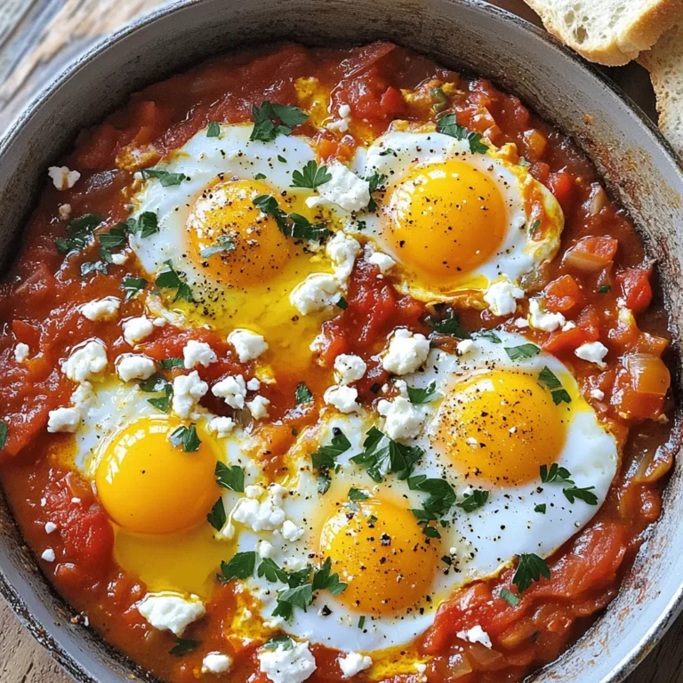 Für unsere einfache Pfannen-Shakshuka brauchst du folgende Hauptzutaten: - 2 Esslöffel Olivenöl - 1 mittelgroße Zwiebel, fein gehackt - 2 Knoblauchzehen, gehackt - 1 rote Paprika, gewürfelt - 1 Dose (400 g) gehackte Tomaten - 4 große Eier Diese Zutaten sind der Grundbaustein für dein Gericht. Die Zwiebel und der Knoblauch geben einen tollen Geschmack. Die rote Paprika bringt eine süße Note und die Tomaten machen die Sauce reichhaltig. Die Aromen bringen das Gericht zum Leben. Du brauchst: - 1 Teelöffel gemahlenen Kreuzkümmel - 1 Teelöffel Paprika - Salz und Pfeffer nach Geschmack Kreuzkümmel gibt einen warmen, erdigen Geschmack. Paprika sorgt für eine schöne Farbe und zusätzlichen Geschmack. Vergiss nicht, mit Salz und Pfeffer abzuschmecken. So bekommst du die perfekte Balance. Für das beste Esserlebnis kannst du folgende Beilagen und Garnierungen nutzen: - Frische Petersilie, gehackt - Feta-Käse, zerbröselt (nach Belieben) - Krusty-Brot, zum Servieren Die Petersilie bringt Frische auf den Teller. Feta-Käse gibt einen salzigen Kick. Und das krustige Brot ist perfekt, um in die Sauce zu dippen. Es macht das Essen noch besser und macht Spaß! Zuerst erhitzt du das Olivenöl in einer großen Pfanne. Mach das bei mittlerer Hitze. Füge die fein gehackte Zwiebel hinzu und dünste sie. Das dauert etwa fünf Minuten, bis sie glasig ist. Dann kommen die gehackten Knoblauchzehen und die gewürfelte rote Paprika dazu. Brate alles drei bis vier Minuten weiter. Du willst, dass die Paprika weich wird. Jetzt streue den gemahlenen Kreuzkümmel und den Paprika darüber. Rühre alles gut um, damit die Gewürze das Gemüse umhüllen. Lass es noch eine Minute braten, bis es gut duftet. Gieße die gehackten Tomaten in die Pfanne. Würze die Mischung mit Salz und Pfeffer nach Geschmack. Rühre alles gut um und lasse es etwa zehn bis zwölf Minuten köcheln. Die Sauce sollte etwas dicker werden. Mit einem Löffel formst du kleine Mulden in die Sauce. Schlage in jede Mulde ein Ei auf. Decke die Pfanne ab und lasse die Eier sechs bis acht Minuten garen. Das Eiweiß sollte fest sein, während die Eigelbe flüssig bleiben. Nimm die Pfanne vom Herd. Bestreue die Shakshuka mit gehackter Petersilie. Wenn du magst, füge zerbröselten Feta hinzu. Serviere die Shakshuka heiß aus der Pfanne. Dazu passt krustiges Brot. Das Brot ist perfekt, um in die Sauce und die Eigelbe zu dippen. Ein leichter Schuss Olivenöl vor dem Servieren sorgt für einen schönen Glanz. Die Garzeit der Eier ist sehr wichtig. Du möchtest, dass das Eiweiß fest ist, aber die Eigelbe noch weich bleiben. Decke die Pfanne für 6-8 Minuten ab. So garen die Eier gleichmäßig und bleiben saftig. Teste die Eier, indem du leicht auf die Oberfläche drückst. Wenn sie leicht wackeln, sind sie perfekt. Für Shakshuka wähle ein gutes, krustiges Brot. Es sollte stabil sein, um die Sauce gut aufzunehmen. Ein Bauernbrot oder ein rustikales Baguette sind ideal. Du kannst auch Pita-Brot verwenden, wenn du etwas Weicheres möchtest. Toast das Brot leicht, um extra Geschmack zu bekommen. So wird dein Essen noch besser. Frische Zutaten machen den Unterschied. Achte darauf, reife Tomaten und frisches Gemüse zu verwenden. Frische Kräuter wie Petersilie bringen Farbe und Geschmack. Kaufe die Zutaten am besten auf dem Markt oder im Bioladen. So hast du die besten Aromen in deiner Shakshuka. {{image_4}} Shakshuka ist von Natur aus einfach anzupassen. Du kannst die Basis mit vielen Gemüsesorten erweitern. Füge zum Beispiel Spinat, Zucchini oder Auberginen hinzu. Diese Zutaten sorgen für mehr Textur und Geschmack. Sie machen die Shakshuka noch gesünder und bunter. Verwende frisches Gemüse, um die Aromen zu verstärken. So bleibt das Gericht leicht und frisch. Wenn du es scharf magst, füge frische Chilis oder Chiliflocken hinzu. Beginne mit einer kleinen Menge, um die Schärfe zu testen. Du kannst auch Jalapeños oder Serranos verwenden. Diese Chilis geben der Shakshuka eine tolle Wärme. Die Kombination aus Tomaten und Chilis ist besonders lecker. Achte darauf, die Schärfe nach deinem Geschmack anzupassen. Um mehr Protein zu bekommen, kannst du Wurst oder Tofu hinzufügen. Brate die Wurststücke zuerst an, bevor du das Gemüse hinzufügst. Das bringt mehr Geschmack in die Shakshuka. Wenn du Tofu magst, schneide ihn in Würfel und brate ihn goldbraun. Beide Optionen machen das Gericht sättigender. So wird es zum perfekten Frühstück oder Mittagessen. Wenn du Reste von deiner Shakshuka hast, lasse sie zuerst abkühlen. Fülle die Reste in einen luftdichten Behälter. So bleiben die Aromen frisch. Du kannst die Shakshuka im Kühlschrank bis zu drei Tage aufbewahren. Wenn du sie länger lagern möchtest, ist das Einfrieren eine gute Option. Um deine Shakshuka einzufrieren, lasse sie vollständig abkühlen. Fülle sie in einen gefrierfesten Behälter oder in einen Gefrierbeutel. Achte darauf, so viel Luft wie möglich herauszudrücken. So bleibt die Shakshuka bis zu drei Monate haltbar. Denk daran, die Eier nicht vorher zu garen, da sie beim Einfrieren ihre Textur verändern können. Um die Shakshuka aufzuwärmen, erwärme sie in einer Pfanne bei mittlerer Hitze. Füge einen kleinen Schuss Wasser oder Brühe hinzu, um die Sauce feucht zu halten. Rühre die Mischung vorsichtig um, bis sie heiß ist. Du kannst auch die Eier frisch zubereiten, wenn du möchtest. So bleibt das Gericht lecker und frisch. Shakshuka ist ein Gericht aus Nordafrika und dem Nahen Osten. Es besteht aus Eiern, die in einer würzigen Tomatensauce gekocht werden. Diese Sauce enthält oft Zwiebeln, Paprika und verschiedene Gewürze. Shakshuka ist einfach zuzubereiten und eignet sich gut für Frühstück oder Brunch. Es ist nahrhaft und sättigend. Die Aromen sind warm und einladend. Um Shakshuka für 1 oder 2 Personen zu machen, reduziere einfach die Zutaten. Du kannst 1 Esslöffel Olivenöl, 1/2 Zwiebel und 1-2 Eier verwenden. Die gehackten Tomaten kannst du auf 200 g verringern. Passe auch die Gewürze nach deinem Geschmack an. Dies macht es einfach, die Portionen zu kontrollieren. Ja, du kannst Shakshuka im Voraus machen. Koche die Gemüsebasis und die Sauce und lasse sie abkühlen. Bewahre sie in einem luftdichten Behälter im Kühlschrank auf. Wenn du bereit bist, die Eier hinzuzufügen, erwärme die Sauce und schlage die Eier auf. So bleibt das Gericht frisch und lecker. Shakshuka ist einfach und lecker. In diesem Artikel haben wir die besten Zutaten und Gewürze entdeckt. Außerdem haben wir Schritt für Schritt gelernt, wie man die Eier perfekt kocht. Tipps zur Garzeit und Beilagen helfen dir, das Gericht zu perfektionieren. Variationen wie die scharfe Version erweitern den Geschmack. Mit den Lagerinformationen bleibst du flexibel. Shakshuka ist ein tolles Gericht, das sich leicht anpassen lässt. Probiere es aus, und genieß die Vielfalt!
