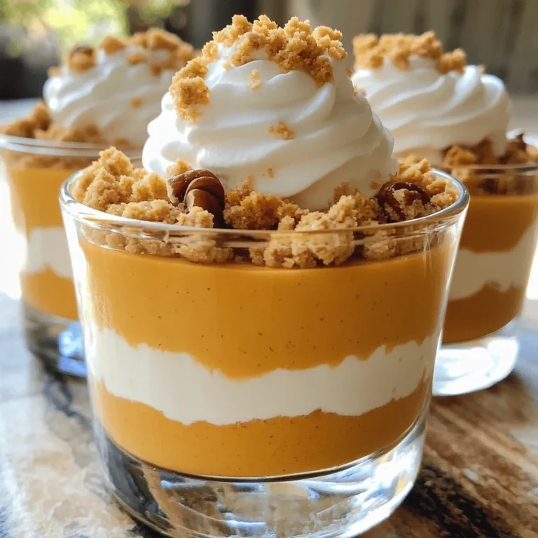 Die Hauptzutaten sind einfach und lecker. Du brauchst: - 1 Tasse Kürbispüree - 225 g Frischkäse, weich - 60 g Puderzucker - 1 Teelöffel Vanilleextrakt - 1 Teelöffel Kürbiskuchengewürz - 240 ml Schlagsahne Diese Zutaten machen die Mousse cremig und geschmackvoll. Das Kürbispüree bringt die Herbstnote. Der Frischkäse sorgt für die perfekte Textur. Puderzucker süßt die Mischung, während Vanille und Gewürze für den besonderen Kick sorgen. Für die Garnitur kannst du etwas hinzufügen, um die Mousse noch schöner zu machen. Überlege, zerbröselte Graham-Cracker zu verwenden. Sie sorgen für einen schönen Crunch. Auch frische Schlagsahne obenauf sieht toll aus. Wenn du magst, füge gehackte Pekannüsse hinzu. Diese bringen zusätzlichen Biss und einen nussigen Geschmack. Achte bei der Auswahl der Zutaten auf Qualität. Frischkäse sollte weich und cremig sein. Kaufe am besten Marken, die du kennst. Das Kürbispüree kann aus der Dose oder frisch sein. Frisches Püree gibt einen intensiveren Geschmack. Bei Gewürzen achte darauf, dass sie frisch sind. Sie bringen den besten Geschmack in dein Dessert. Zuerst brauchst du weichen Frischkäse. Nimm eine Rührschüssel. Mit einem elektrischen Mixer schlägst du den Frischkäse. Mixe ihn auf mittlerer Stufe, bis er glatt ist. Das dauert etwa zwei Minuten. Ein cremiger Frischkäse ist wichtig für die Mousse. Jetzt fügst du das Kürbispüree hinzu. Verwende eine Tasse Kürbispüree. Gib auch 60 g Puderzucker, 1 Teelöffel Vanilleextrakt und 1 Teelöffel Kürbiskuchengewürz dazu. Rühre alles gut durch. Du möchtest eine homogene Mischung. Das ist der Grundgeschmack der Mousse. In einer separaten Schüssel schlägst du die Schlagsahne. Verwende 240 ml Schlagsahne. Schlage sie, bis sich feste Spitzen bilden. Achte darauf, sie nicht zu übermixen. Die Sahne macht die Mousse leicht und fluffig. Das ist wichtig für die Textur. Jetzt kannst du die Mousse in Servierbecher füllen. Verwende einen Löffel, um die Mischung vorsichtig einzufüllen. Fülle die Becher bis etwa dreiviertel voll. So bleibt Platz für die Dekoration. Stelle sicher, dass die Mousse gleichmäßig verteilt ist. Stelle die Mousse-Becher in den Kühlschrank. Lass sie mindestens 2 Stunden kühlen. So wird die Mousse fest und lecker. Vor dem Servieren bestreue die Oberseite mit zerbröselten Graham-Crackern. Füge einen Klecks Schlagsahne hinzu. Wenn du magst, garniere die Mousse mit gehackten Pekannüssen. Beim Zubereiten der Kürbis-Cheesecake-Mousse gibt es einige Stolperfallen. - Zu viel schlagen: Wenn du die Schlagsahne zu lange schlägst, wird sie butterartig. Schlage sie nur, bis sich feste Spitzen bilden. - Kalte Zutaten: Verwende immer Zimmertemperatur für Frischkäse. Kalter Frischkäse lässt sich schwerer verrühren. - Mangelnde Kühlzeit: Lass die Mousse mindestens zwei Stunden im Kühlschrank. So wird sie fest und lecker. Die Luftigkeit der Mousse macht sie besonders. Hier sind einige Tipps: - Vorsichtig unterheben: Füge die geschlagene Sahne vorsichtig zur Kürbismischung hinzu. Rühre sanft mit einem Spatel. - Mehrere Portionen: Teile die Sahne in kleine Portionen auf. So bleibt mehr Luft in der Mischung. - Richtige Temperatur: Stelle sicher, dass die Zutaten nicht zu warm sind. Zu warme Zutaten können die Luftigkeit zerstören. Jeder möchte Zeit sparen, wenn er kocht. Hier sind einige Tricks: - Vorbereitung der Zutaten: Miss alles vorher ab. So sparst du beim Mischen Zeit. - Graham-Cracker zerbröseln: Nutze einen Mixer, um die Graham-Cracker schnell zu zerbröseln. - Vorbereitung im Voraus: Du kannst die Mousse einen Tag vorher machen. So hast du am Serviertag weniger Stress. {{image_4}} Wenn Sie auf Zucker achten, können Sie Alternativen verwenden. Ersetzen Sie Puderzucker durch Erythrit oder Stevia. Diese Süßstoffe haben weniger Kalorien und sind gut für die Zähne. Sie können auch fettarmen Frischkäse verwenden, um die Mousse leichter zu machen. So genießen Sie den gleichen köstlichen Geschmack mit weniger Fett. Die Kürbis-Cheesecake-Mousse ist vielseitig. Probieren Sie, andere Pürees zu verwenden. Süßkartoffel oder Apfelmus geben ebenfalls einen tollen Geschmack. Für einen Schokoladengeschmack können Sie Kakaopulver hinzufügen. Experimentieren Sie mit verschiedenen Gewürzen wie Zimt oder Muskatnuss. Jeder Bissen wird eine neue Überraschung sein. Die Toppings machen die Mousse besonders. Zerbröselte Graham-Cracker geben einen knusprigen Biss. Sie können auch Schokoladensplitter oder Karamellsoße hinzufügen. Für einen nussigen Crunch sind gehackte Pekannüsse perfekt. Frische Beeren oder Minzblätter bringen Farbe und Frische. Finden Sie Ihre Lieblingskombination und machen Sie die Mousse einzigartig. Die Kürbis-Cheesecake-Mousse bleibt bis zu vier Tage frisch. Lagern Sie sie im Kühlschrank. Nach diesem Zeitraum kann die Mousse ihre Textur und den Geschmack verlieren. Achten Sie darauf, die Mousse gut abzudecken. So bleibt sie länger haltbar. Die besten Lagerbedingungen sind kühl und dunkel. Verwenden Sie luftdichte Behälter, um die Mousse frisch zu halten. Vermeiden Sie es, die Mousse in die Nähe von stark riechenden Lebensmitteln zu stellen. Dies kann den Geschmack beeinflussen. Vor dem Servieren die Mousse leicht umrühren. So wird sie wieder cremig. Wenn die Mousse zu fest ist, können Sie einen Esslöffel Schlagsahne einrühren. Das gibt der Mousse mehr Frische. Dekorieren Sie die Mousse vor dem Servieren neu. Streuen Sie frische Graham-Cracker und Schlagsahne darauf für das beste Ergebnis. Ein Rezept ergibt vier Portionen. Diese Menge reicht gut für einen kleinen Nachtisch. Wenn du mehr Gäste hast, verdopple einfach die Zutaten. So kannst du sicherstellen, dass jeder ein köstliches Dessert bekommt. Ja, du kannst Kürbispüree ganz leicht selbst machen. Nimm einen kleinen Kürbis, schneide ihn auf und entferne die Kerne. Backe die Stücke bei 180 Grad Celsius, bis sie weich sind. Püriere das weiche Fruchtfleisch in einem Mixer. So hast du frisches, leckeres Kürbispüree für die Mousse. Für Frischkäse gibt es einige Alternativen. Du kannst Ricotta oder griechischen Joghurt verwenden. Diese Optionen geben der Mousse einen ähnlichen Geschmack und eine cremige Textur. Für eine vegane Option nutze Cashewcreme oder Seidentofu. Achte darauf, die Konsistenz gut zu mixen. Ja, die Mousse ist glutenfrei, solange du glutenfreie Graham-Cracker verwendest. Diese sind eine tolle Option für die Dekoration. Achte beim Kauf darauf, dass die Cracker als glutenfrei gekennzeichnet sind, um sicherzustellen, dass dein Dessert für alle geeignet ist. Zusammenfassend bietet dieses Rezept eine einfache Schritt-für-Schritt-Anleitung zur Zubereitung von Kürbis-Cheesecake-Mousse. Du erfährst, welche Zutaten du brauchst und wie du sie am besten auswählst. Ich teile Tipps, um Fehler zu vermeiden und die Mousse luftig zu halten. Variationen und Aufbewahrungshinweise sorgen dafür, dass du diese köstliche Nachspeise immer genießen kannst. Häufige Fragen helfen dir, Unsicherheiten zu klären. Jetzt bist du bereit, das Rezept auszuprobieren und deine Gäste zu beeindrucken!