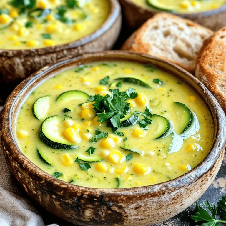 Für die Zucchini Corn Chowder benötigen Sie: - 2 mittelgroße Zucchini, gewürfelt - 1 Tasse frische Maiskörner (oder gefrorene) - 1 mittelgroße Zwiebel, gehackt - 2 Knoblauchzehen, fein gehackt - 1 mittelgroße Kartoffel, geschält und gewürfelt - 4 Tassen Gemüsebrühe - 1 Tasse Kokosmilch (oder Schlagrahm für nicht-vegane Variante) - 2 Esslöffel Olivenöl Diese Zutaten sind einfach zu finden und bringen frische Aromen in die Chowder. Zucchini verleiht eine leichte Textur, während der Mais süße Noten hinzufügt. Die Kartoffel sorgt für die nötige Cremigkeit. Um die Chowder perfekt zu würzen, verwenden Sie: - 1 Teelöffel geräucherter Paprika - ½ Teelöffel Kreuzkümmel - Salz und Pfeffer nach Geschmack Der geräucherte Paprika bringt einen tiefen, rauchigen Geschmack. Kreuzkümmel fügt eine warme Note hinzu. Passen Sie die Gewürze an, um die perfekte Balance zu finden. Diese Chowder ist leicht anpassbar. Für eine vegane Version verwenden Sie Kokosmilch. Die Brühe sollte glutenfrei sein, also wählen Sie eine glutenfreie Gemüsebrühe. Wenn Sie andere Alternativen benötigen, können Sie anstelle von Kartoffeln Blumenkohl verwenden. Er bietet eine ähnliche Textur und bleibt ebenfalls leicht. Zuerst schneiden Sie die Zucchini in kleine Würfel. Verwenden Sie zwei mittelgroße Zucchini. Dann hacken Sie eine Zwiebel und zwei Knoblauchzehen fein. Schälen Sie eine Kartoffel und würfeln Sie sie ebenfalls. Kochen Sie vier Tassen Gemüsebrühe in einem Topf. Diese Brühe gibt der Chowder viel Geschmack. Erhitzen Sie zwei Esslöffel Olivenöl in einem großen Topf bei mittlerer Hitze. Geben Sie die Zwiebel hinein und braten Sie sie an, bis sie glasig ist. Dies dauert etwa vier bis fünf Minuten. Fügen Sie dann den gehackten Knoblauch hinzu und braten Sie ihn eine weitere Minute. Jetzt kommt das Gemüse. Rühren Sie die gewürfelten Zucchini, Kartoffel, frischen Mais, geräucherten Paprika und Kreuzkümmel ein. Lassen Sie alles fünf Minuten garen. Gießen Sie die Gemüsebrühe in den Topf und bringen Sie die Mischung zum Kochen. Reduzieren Sie die Hitze und lassen Sie alles 15 bis 20 Minuten köcheln, bis die Kartoffeln weich sind. Für die Konsistenz verwenden Sie einen Stabmixer, um die Chowder zu pürieren. Sie können auch einen Standmixer nutzen, wenn Sie keinen Stabmixer haben. Achten Sie darauf, einige Stücke für die Textur zu lassen. Nachdem die Chowder püriert ist, rühren Sie eine Tasse Kokosmilch hinein. Diese macht die Chowder cremig. Schmecken Sie mit Salz und Pfeffer ab und erhitzen Sie die Mischung für fünf Minuten. Servieren Sie die Chowder heiß. Garnieren Sie sie mit frischer, gehackter Petersilie. Eine rustikale Schale und knuspriges Brot machen das Gericht perfekt. Um den Geschmack Ihrer Zucchini Corn Chowder zu verbessern, können Sie einige einfache Wege nutzen. Verwenden Sie frische Zutaten, wenn möglich. Frische Maiskörner bringen eine süße Note, die gut zu Zucchini passt. Rösten Sie die Zucchini und Zwiebeln leicht an, bevor Sie die Brühe hinzufügen. Dies verstärkt das Aroma der Chowder. Ein Spritzer Zitronensaft vor dem Servieren kann die Aromen aufhellen. Ein häufiger Fehler ist, die Zwiebeln nicht lange genug zu braten. Sie sollten glasig sein, um den vollen Geschmack zu entfalten. Achten Sie darauf, die Gemüsebrühe rechtzeitig hinzuzufügen, um ein Anbrennen zu verhindern. Wenn Sie die Chowder pürieren, lassen Sie einige Stücke für die Textur. Das macht sie interessanter. Überwürzen kann auch ein Problem sein. Probieren Sie die Suppe oft, um den perfekten Geschmack zu finden. Für die Zubereitung der Chowder sind einige Utensilien besonders nützlich. Ein großer Topf hilft, alle Zutaten gut zu vermengen. Ein Stabmixer ist ideal, um die Suppe cremig zu machen, ohne sie umzufüllen. Ein scharfes Messer und ein Schneidebrett sind wichtig, um die Zutaten schnell vorzubereiten. Verwenden Sie eine Schöpfkelle, um die Chowder leicht zu servieren. Eine gute Rührschüssel hilft beim Mischen der Gewürze und der Kokosmilch. {{image_4}} Für eine vegane Version der Zucchini Corn Chowder kann man die Kokosmilch verwenden. Diese gibt der Suppe eine cremige Note. Statt Sahne geben Sie einfach mehr Gemüsebrühe hinzu, um die Suppe leicht zu halten. Achten Sie darauf, frische, hochwertige Zutaten zu verwenden. So bleibt der Geschmack frisch und lecker. Sie können viele Zutaten hinzufügen, um die Chowder zu verbessern. Zum Beispiel: - Chili: Fügen Sie gewürfelte Jalapeños oder Chili-Pulver hinzu. So bekommt die Chowder einen würzigen Kick. - Käse: Parmesan oder Cheddar schmecken toll, wenn Sie die Suppe servieren. - Kräuter: Frische Kräuter wie Schnittlauch oder Koriander bringen zusätzlichen Geschmack. Experimentieren Sie mit verschiedenen Zutaten. So finden Sie Ihre perfekte Mischung! Die Zubereitung im Slow Cooker oder Instant Pot ist einfach und zeitsparend. Hier ist, wie Sie es machen: - Slow Cooker: Geben Sie alle Zutaten in den Slow Cooker. Stellen Sie ihn auf niedrige Hitze und lassen Sie die Chowder 6-8 Stunden köcheln. Das Ergebnis ist eine reichhaltige, aromatische Suppe. - Instant Pot: Nutzen Sie die Sauté-Funktion, um Zwiebeln und Knoblauch anzubraten. Fügen Sie dann die restlichen Zutaten hinzu und schließen Sie den Deckel. Kochen Sie die Chowder für 10 Minuten unter Hochdruck. Lassen Sie den Druck natürlich ab, bevor Sie den Deckel öffnen. Beide Methoden bringen den Geschmack wunderbar zur Geltung und machen die Zubereitung zum Kinderspiel! Nach dem Kochen bleibt oft Chowder übrig. Lassen Sie die Suppe zuerst auf Raumtemperatur abkühlen. Füllen Sie die restliche Chowder in einen luftdichten Behälter. So bleibt die Frische erhalten. Lagern Sie die Chowder nicht länger als drei Tage im Kühlschrank. Die Chowder kann im Kühlschrank oder Gefrierschrank aufbewahrt werden. Im Kühlschrank bleibt sie bis zu drei Tage gut. Für längere Lagerung frieren Sie die Chowder einfach ein. Sie hält sich bis zu drei Monate im Gefrierschrank. Achten Sie darauf, die Chowder in Portionsgrößen zu packen. So können Sie sie einfach entnehmen. Beim Wiedererwärmen ist es wichtig, die Chowder sanft zu erhitzen. Nutzen Sie einen Topf bei niedriger Hitze. Rühren Sie die Chowder regelmäßig um, um ein Anbrennen zu vermeiden. Sie können etwas Gemüsebrühe oder Wasser hinzufügen, wenn die Chowder zu dick ist. So bleibt die Konsistenz perfekt. Ja, gefrorene Zucchini kann man verwenden. Sie sind oft schon geschnitten. Das spart Zeit. Achte darauf, sie gut abzutropfen. So bleibt die Chowder nicht wässrig. Gefrorene Zucchini hat einen anderen Geschmack, aber sie ist immer noch lecker. Um die Chowder cremiger zu machen, füge mehr Kokosmilch hinzu. Alternativ kannst du auch etwas Sahne verwenden. Ein weiterer Trick ist, die Chowder länger zu pürieren. Das macht sie glatter und dicker. Du kannst auch eine zusätzliche Kartoffel hinzufügen, um die Cremigkeit zu steigern. Zu Zucchini Corn Chowder passen viele Beilagen. Knuspriges Brot ist eine tolle Wahl. Auch ein frischer Salat passt gut dazu. Du kannst auch Cracker oder Tortilla-Chips servieren. Sie fügen einen schönen Crunch hinzu, der die Chowder ergänzt. Zucchini Corn Chowder ist einfach und lecker. Wir haben die Hauptzutaten, Gewürze und Alternativen für verschiedene Diäten erkundet. Außerdem gab es eine klare Schritt-für-Schritt-Anleitung zum Kochen und Servieren. Mit praktischen Tipps konnten wir häufige Fehler vermeiden und das Geschirr verbessern. Variationen wie vegane Optionen und andere Zubereitungsmöglichkeiten machen das Rezept abwechslungsreich. Für die Lagerung haben wir die besten Methoden besprochen. Mit diesen Infos wird das Zubereiten einfacher und schmackhafter. Genieße deine Chowder und bleibe kreativ in der Küche!