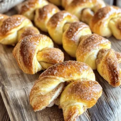 - 1 Blatt Blätterteig (aufgetaut) - 60 ml granulierten Zucker - 1 Esslöffel gemahlener Zimt Die Hauptzutaten sind einfach zu finden. Blätterteig ist der Star des Rezepts. Er gibt den Drehern ihre knusprige Textur. Granulierter Zucker sorgt für die süße Note, während gemahlener Zimt den warmen, würzigen Geschmack bringt. Diese drei Zutaten machen die Zimt-Zucker-Dreher so besonders. - 1 Ei (verquirlt für die Ei-Waschung) - 1 Esslöffel Milch (optional, für die Ei-Waschung) - 60 g ungesalzene Butter (geschmolzen) Die zusätzlichen Zutaten helfen, die Dreher noch besser zu machen. Das verquirlte Ei sorgt für eine goldene Farbe. Wenn du etwas Milch hinzufügst, wird die Ei-Waschung noch cremiger. Geschmolzene Butter bringt einen reichen Geschmack und hilft, die Zimt-Zucker-Mischung gut zu haften. Diese Zutaten bringen das Rezept auf ein neues Level. Heize den Ofen auf 200°C vor. Das sorgt für eine schöne Kruste. Lege ein Backblech mit Backpapier aus. Das Backpapier hilft, die Dreher nicht festzukleben. Vermische 60 ml Zucker mit 1 Esslöffel Zimt in einer kleinen Schüssel. Rühre gut um, so dass der Zimt gleichmäßig verteilt ist. Diese Mischung gibt den Drehern ihren tollen Geschmack. Nimm ein Blatt Blätterteig und rolle es auf einer leicht bemehlten Fläche aus. Das macht den Teig gleichmäßig und schön dünn. Bepinsel die gesamte Oberfläche mit 60 g geschmolzener Butter. So wird der Teig knusprig und goldbraun. Streue die Zimt-Zucker-Mischung über die Hälfte des Teigs. Klappe die andere Hälfte über die gezuckerte Seite. Drücke sie leicht an, damit sie gut zusammenhält. Schneide den Teig in Streifen von etwa 2,5 cm Breite. Drehe jeden Streifen mehrmals, um die schöne Form zu bekommen. Lege die gedrehten Streifen auf das Backblech. Damit sie glänzen, bepinsel sie mit dem verquirlten Ei. Backe die Dreher für 12-15 Minuten. Achte darauf, dass sie goldbraun sind. Um den Blätterteig perfekt auszurollen, folge diesen Tipps: - Nutze eine leicht bemehlte Arbeitsfläche. - Rolle den Teig sanft und gleichmäßig aus. - Achte darauf, dass der Teig nicht reißt. - Wenn der Teig zu klebrig ist, füge mehr Mehl hinzu. Ein gleichmäßiger Teig sorgt für gleichmäßiges Backen. Wenn du die richtige Dicke erreicht hast, ist der Teig bereit für die Zimt-Zucker-Mischung. Die Backzeit und Temperatur sind entscheidend. Stelle deinen Ofen auf 200°C ein. - Beobachte die Dreher während des Backens. - Sie sind fertig, wenn sie goldbraun sind. - Die Backzeit beträgt 12 bis 15 Minuten. Wenn du sie zu lange backst, werden sie hart. Ein kurzer Blick hilft, die perfekte Farbe zu erreichen. Hier sind einige häufige Fehler und wie du sie vermeidest: - Teig zu dick: Rolle ihn dünner aus, um eine bessere Konsistenz zu erzielen. - Zucker brennt: Achte darauf, den Teig nicht zu nah an die Ofenoberseite zu stellen. - Dreher fallen auseinander: Drücke die Kanten gut zusammen, bevor du sie drehst. Wenn du diese Tipps beachtest, gelingen dir die Zimt-Zucker-Dreher garantiert perfekt! {{image_4}} Eine tolle Idee ist es, Mandeln oder Walnüsse hinzuzufügen. Diese Nüsse geben den Zimt-Zucker-Drehern einen knusprigen Biss. Du kannst die Nüsse grob hacken und sie zusammen mit der Zimt-Zucker-Mischung verwenden. So bekommst du nicht nur einen neuen Geschmack, sondern auch eine tolle Textur. Ich finde, die Nüsse passen perfekt zum süßen Zimt! Möchtest du etwas Süßeres? Füge Schokoladenstückchen zu deiner Zimt-Zucker-Mischung hinzu. Diese Schokoladenstücke schmelzen beim Backen und machen die Dreher noch köstlicher. Die Kombination aus Zimt und Schokolade ist einfach himmlisch! Du kannst die Stückchen nach Belieben hinzufügen, um den Geschmack zu intensivieren. Du kannst die Zimt-Zucker-Dreher auch in verschiedenen Formen gestalten. Statt sie einfach zu drehen, steche lustige Figuren aus dem Blätterteig aus. Das macht sie nicht nur schmackhaft, sondern auch optisch ansprechend. Kinder lieben solche Formen, und sie sind perfekt für Partys oder besondere Anlässe. Seien es Sterne, Herzen oder andere Formen – die Möglichkeiten sind endlos! Zimt-Zucker-Dreher können einfach gelagert werden. Du kannst sie bei Raumtemperatur aufbewahren. Lege sie in einen luftdichten Behälter. So bleiben sie frisch. Wenn du sie länger aufbewahren möchtest, kannst du sie in den Kühlschrank stellen. Achte darauf, dass sie gut verpackt sind, um Feuchtigkeit zu vermeiden. Wie lange bleiben sie frisch? Bei Raumtemperatur sind sie etwa 2-3 Tage haltbar. Im Kühlschrank halten sie bis zu einer Woche. Wenn sie länger lagern, können sie weich werden. Sie verlieren dann ihren knusprigen Biss, aber der Geschmack bleibt. Der beste Weg, sie wieder aufzufrischen, ist das Aufbacken. Heize den Ofen auf 180°C vor. Lege die Zimt-Zucker-Dreher auf ein Backblech. Backe sie für 5-7 Minuten. So werden sie wieder knusprig und warm. Du kannst auch einen Toaster verwenden, wenn du es eilig hast. Die Zubereitung dauert etwa 15 Minuten. Das Backen benötigt dann 12 bis 15 Minuten. Insgesamt sind es also rund 30 Minuten von Start bis Genuss. Diese schnelle Zeit macht das Rezept perfekt für einen spontanen Snack oder ein süßes Dessert. Ja, gefrorener Blätterteig funktioniert gut. Stelle sicher, dass du ihn vorher auftauen lässt. Du kannst ihn einfach über Nacht im Kühlschrank lassen oder bei Raumtemperatur auftauen. Das sorgt dafür, dass der Teig weich wird und sich gut ausrollen lässt. Leider sind Zimt-Zucker-Dreher nicht glutenfrei, wenn du normalen Blätterteig verwendest. Es gibt jedoch glutenfreie Alternativen auf dem Markt. Achte darauf, dass die Zutaten auch wirklich glutenfrei sind, wenn du eine glutenfreie Variante machst. Zimt-Zucker-Dreher sind einfach und lecker. Wir haben die Hauptzutaten, wie Blätterteig, Zucker und Zimt, besprochen. Die Schritt-für-Schritt-Anleitung zeigt, wie leicht du sie machen kannst. Tipps helfen dir, den perfekten Teig zu bekommen und häufige Fehler zu vermeiden. Denk auch an Variationen, wie Nüsse oder Schokolade, um sie einzigartig zu machen. Diese Leckereien sind einfach zu lagern und bleiben frisch. Mit diesen Informationen bist du bereit, selbst zu backen. Viel Spaß beim Ausprobieren!