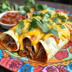 - 900 g Rinderbraten (Chuck Roast) - 2 Esslöffel gehackte Chipotle-Paprika in Adobo-Sauce - 1 Zwiebel, gewürfelt - 3 Knoblauchzehen, gehackt - 240 ml Rinderbrühe - 2 Teelöffel gemahlener Kreuzkümmel - 1 Teelöffel geräucherter Paprika Die Hauptzutaten sind wichtig für den Geschmack. Rinderbraten gibt eine gute Basis. Chipotle-Paprika bringt die Schärfe. Zwiebel und Knoblauch sorgen für Tiefe. Rinderbrühe hilft, das Fleisch zart zu machen. Kreuzkümmel und geräucherte Paprika geben ein tolles Aroma. - 8 große Maistortillas - 200 g geriebener Käse (Cheddar oder mexikanische Mischung) Tortillas sind das Herz der Enchiladas. Maistortillas sind weich und leicht. Sie halten die Füllung gut. Der Käse macht alles cremig und köstlich. Ich empfehle Cheddar oder eine mexikanische Käsemischung. - 1 Dose (425 g) schwarze Bohnen, abgetropft und abgespült - 1 Dose (284 g) Enchilada-Sauce - Frischer Koriander zum Garnieren - Sauerrahm zum Servieren Schwarze Bohnen fügen Proteine hinzu. Sie sind nahrhaft und lecker. Enchilada-Sauce bringt die nötige Feuchtigkeit. Frischer Koriander sorgt für Frische und Farbe. Sauerrahm ist perfekt, um die Schärfe zu mildern. Zuerst erhitzt du das Olivenöl in einer großen Pfanne. Würze den Rinderbraten mit Salz und Pfeffer. Brate das Fleisch 3-4 Minuten auf jeder Seite an. Es sollte schön braun werden. Überführe das angebratene Fleisch in den Slow Cooker. In der gleichen Pfanne brätst du die gewürfelte Zwiebel und den gehackten Knoblauch an. Das dauert etwa 2-3 Minuten. Die Zwiebel und der Knoblauch sollten aromatisch sein. Jetzt füge die gehackten Chipotle-Paprika, die Rinderbrühe, den Kreuzkümmel und die geräucherte Paprika hinzu. Rühre alles gut um und lasse es aufkochen. Gieße diese Mischung über das Fleisch im Slow Cooker. Decke den Slow Cooker ab. Garen kannst du das Rindfleisch auf niedriger Stufe für 8 Stunden oder auf hoher Stufe für 4 Stunden. Das Fleisch sollte zart sein, wenn es fertig ist. Sobald das Fleisch gar ist, nimm es aus dem Slow Cooker. Zerkleinere das Fleisch mit zwei Gabeln. Gib das zerkleinerte Fleisch zurück in den Slow Cooker. Füge die schwarzen Bohnen und die Hälfte des geriebenen Käses hinzu. Mische alles gut. Heize den Ofen auf 190 °C vor. Verteile eine dünne Schicht Enchilada-Sauce auf dem Boden einer Auflaufform. Nimm eine Tortilla und fülle sie mit der Fleischmischung. Rolle die Tortilla auf und lege sie mit der Nahtseite nach unten in die Auflaufform. Wiederhole diesen Schritt mit den restlichen Tortillas. Gieße die restliche Enchilada-Sauce über die gerollten Enchiladas. Streue den restlichen Käse darüber. Decke die Form mit Alufolie ab und backe sie 20 Minuten. Entferne die Folie und backe sie weitere 10 Minuten, bis der Käse goldbraun und sprudelnd ist. Um den Geschmack deiner Enchiladas zu verbessern, kannst du zusätzliche Gewürze hinzufügen. Zum Beispiel kann ein Hauch von Zimt oder ein wenig Oregano die Aromen vertiefen. Du kannst auch frische Limette über die fertigen Enchiladas pressen. Das bringt Frische und eine schöne Säure. Probier auch, mehr Chipotle-Paprika hinzuzufügen, wenn du es scharf magst. Eine Schicht frischer Salsa passt ebenfalls gut dazu. Tortillas sind wichtig für gute Enchiladas. Erwärme sie leicht in einer Pfanne, bevor du sie füllst. So werden sie weich und brechen nicht. Du kannst auch die Tortillas in einen feuchten Küchentuch wickeln und kurz in die Mikrowelle legen. Das macht sie warm und geschmeidig. Fülle jede Tortilla gleichmäßig, damit sie gut rollen. Achte darauf, nicht zu viel Füllung zu verwenden, sonst wird es schwer, sie zu wickeln. Eine schöne Präsentation macht das Essen noch besser. Lege die Enchiladas auf ein buntes Tablett. Garniere sie mit frischem Koriander und etwas Sauerrahm. Du kannst auch einige Scheiben Avocado oder frische Salsa auf die Seite legen. Das sorgt für einen lebendigen Look. Denk daran, die Käseoberfläche goldbraun zu backen. Das sieht toll aus und schmeckt besser! {{image_4}} Du kannst die Chipotle-Rindfleisch-Enchiladas leicht in eine vegetarische Variante umwandeln. Ersetze das Rindfleisch durch eine Mischung aus schwarzen Bohnen und frischem Gemüse. Zucchini, Paprika und Spinat sind tolle Optionen. Diese Mischung gibt dem Gericht einen herzhaften Geschmack. Verwende die gleichen Gewürze und die Enchilada-Sauce. Das sorgt für den gleichen tollen Geschmack. Käse ist ein wichtiger Bestandteil der Enchiladas. Du kannst verschiedene Käsesorten ausprobieren, um den Geschmack zu variieren. Cheddar ist klassisch, aber auch Gouda oder Monterey Jack sind super. Diese Käsesorten schmelzen gut und geben einen reichen Geschmack. Misch die Käsesorten für mehr Tiefe und Spaß in deinem Gericht. Die Schärfe der Enchiladas lässt sich einfach anpassen. Wenn du es mild magst, verwende weniger Chipotle-Paprika. Du kannst auch süße Paprika oder eine milde Salsa wählen. Für mehr Schärfe kannst du zusätzliche Chipotle-Paprika oder frische Jalapeños hinzufügen. So kannst du die perfekte Schärfe für deinen Geschmack finden. Um die Enchiladas frisch zu halten, lege sie in einen luftdichten Behälter. Du kannst sie auch in Frischhaltefolie wickeln. Im Kühlschrank bleiben sie bis zu 4 Tage genießbar. Wenn du sie länger aufbewahren möchtest, friere sie ein. Achte darauf, dass sie gut verpackt sind, um Gefrierbrand zu vermeiden. Im Gefrierfach halten sie bis zu 3 Monate. Um die Enchiladas aufzuwärmen, benutze den Ofen oder die Mikrowelle. Im Ofen: Heize ihn auf 180 °C vor. Lege die Enchiladas in eine Auflaufform und decke sie mit Alufolie ab. Erwärme sie etwa 20 Minuten. In der Mikrowelle: Stelle eine Enchilada auf einen mikrowellenfesten Teller. Erhitze sie 1-2 Minuten, bis sie warm sind. So bleibt die Textur gut. Die Haltbarkeit der Enchiladas hängt von der Lagerung ab. Im Kühlschrank sind sie bis zu 4 Tage frisch. Wenn du sie gefroren hast, kannst du sie bis zu 3 Monate aufbewahren. Überprüfe immer, ob sie noch gut sind, bevor du sie isst. Achte auf Geruch oder Veränderungen in der Farbe. Du kannst die Enchiladas bis zu fünf Tage im Kühlschrank aufbewahren. Achte darauf, sie in einem luftdichten Behälter zu lagern. So bleiben sie frisch und lecker. Ja, du kannst die Enchiladas im Voraus zubereiten. Bereite sie bis zum Backen vor und stelle sie dann in den Kühlschrank. Backe sie einfach vor dem Servieren. Zu Enchiladas passen viele Beilagen gut. Ich empfehle frischen Salat, Reis oder Bohnen. Auch Guacamole und Salsa sind tolle Ergänzungen. Ja, du kannst das Rezept glutenfrei machen. Verwende glutenfreie Tortillas und achte darauf, dass die Enchilada-Sauce ebenfalls glutenfrei ist. Um das Rindfleisch zarter zu machen, gare es länger im Slow Cooker. Das langsame Garen hilft, das Fleisch weich und saftig zu halten. Ein wenig Säure, wie Limettensaft, kann ebenfalls helfen. Du hast gelernt, wie man leckere Enchiladas zubereitet. Mit frischen Zutaten, Gewürzen und einer einfachen Anleitung kannst du dieses Gericht selbst machen. Hast du auch die Tipps und Variationen entdeckt, um deine Enchiladas zu verfeinern? Denke daran, dass du die Füllung anpassen und die Schärfe steuern kannst. Diese Enchiladas sind nicht nur köstlich, sondern auch vielseitig. Lagere sie richtig und genieße sie, wann immer du willst. Jetzt liegt es an dir, das Rezept auszuprobieren und deine Familie zu beeindrucken!