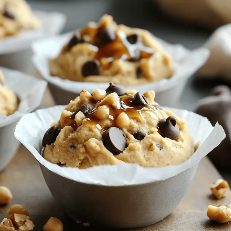 Für gesunde High-Protein Cookie Dough brauchst du: - 1 Tasse Kichererbsen, abgetropft und gespült - 1/2 Tasse Mandelbutter oder Erdnussbutter - 1/4 Tasse Ahornsirup oder Honig - 1/4 Tasse Proteinpulver (am besten Vanille) - 1 Teelöffel Vanilleextrakt - 1/2 Teelöffel Backpulver - 1/4 Teelöffel Salz - 1/3 Tasse Zartbitterschokoladenstückchen - Optional: 1/4 Tasse gehackte Nüsse (Mandeln oder Walnüsse) Diese Zutaten sind einfach zu finden und sehr nahrhaft. Die Kichererbsen liefern viel Eiweiß und Ballaststoffe. Sie helfen dir, dich länger satt zu fühlen. Mandelbutter oder Erdnussbutter sind reich an gesunden Fetten. Sie geben dem Teig einen tollen Geschmack und eine cremige Konsistenz. Ahornsirup oder Honig bieten natürliche Süße. Sie sind gesünder als raffinierter Zucker. Proteinpulver bringt zusätzliche Nährstoffe. Es hilft dir, deine tägliche Eiweißzufuhr zu erhöhen. Zartbitterschokoladenstückchen geben dem Teig die süße Note, die jeder liebt. Falls du eine spezielle Diät hast, gibt es viele Alternativen. Du kannst Kichererbsen durch schwarze Bohnen ersetzen. Das gibt einen anderen Geschmack, ist aber genauso proteinreich. Für eine vegane Option nimm einfach pflanzliches Proteinpulver und Erdnussbutter. Anstelle von Ahornsirup kannst du Agavendicksaft verwenden. Wenn du Nüsse nicht magst, lass sie einfach weg oder nimm Kürbiskerne. So bleibt der Teig gesund und lecker. Beginne mit der Zusammenstellung deiner Zutaten. Du brauchst: - 1 Tasse Kichererbsen, abgetropft und gespült - 1/2 Tasse Mandelbutter oder Erdnussbutter - 1/4 Tasse Ahornsirup oder Honig - 1/4 Tasse Proteinpulver (Vanillegeschmack) - 1 Teelöffel Vanilleextrakt - 1/2 Teelöffel Backpulver - 1/4 Teelöffel Salz - 1/3 Tasse Zartbitterschokoladenstückchen - Optional: 1/4 Tasse gehackte Nüsse Stelle sicher, dass alle Zutaten bereit sind. So sparst du Zeit beim Mischen. Gib die Kichererbsen, Mandelbutter und die restlichen Zutaten in eine Küchenmaschine. Mische alles auf hoher Stufe. Du willst eine glatte, cremige Mischung erreichen. Kratze die Seiten der Schüssel ab, damit alles gut vermischt ist. Der Teig sollte die Konsistenz von Keksen haben. Wenn du ihn probierst, ist es wichtig, die Süße zu testen. Füge mehr Ahornsirup oder Honig hinzu, wenn es nicht süß genug ist. Mische erneut, bis alles gut vermischt ist. Lass den Keksteig für etwa 30 Minuten im Kühlschrank ruhen. Dies hilft, die Aromen zu entwickeln und die Textur zu festigen. Nach der Kühlzeit kannst du den Teig auf verschiedene Weisen genießen. Serviere ihn pur oder nutze ihn als Dip für Apfelscheiben oder Graham Crackern. Ein toller Tipp: Portioniere den Teig in kleine Schalen und träufle etwas zusätzlichen Ahornsirup darüber. So sieht es besonders schick aus! Ein häufiger Fehler ist, die Kichererbsen nicht gut abzutropfen. Das kann den Teig zu nass machen. Achte darauf, die Kichererbsen gut zu spülen. Ein weiterer Fehler ist, nicht genug zu mixen. Mische, bis der Teig ganz glatt ist. Wenn du das nicht tust, bleibt der Teig klumpig. Du kannst die Süße des Teigs leicht anpassen. Probiere, etwas mehr Ahornsirup oder Honig hinzuzufügen. Wenn der Teig zu süß ist, kann das die anderen Aromen überdecken. Für die Textur kannst du auch mehr Proteinpulver verwenden. Das macht den Teig fester und sättigender. Um den Keksteig frisch zu halten, lagere ihn im Kühlschrank. Verwende einen luftdichten Behälter. So bleibt der Geschmack lange erhalten. Der Teig kann bis zu einer Woche im Kühlschrank bleiben. Wenn du ihn länger aufbewahren möchtest, friere ihn ein. Teile den Teig in Portionen und lege sie in Gefrierbeutel. So hast du immer gesunden Snack bereit! {{image_4}} Du kannst den gesunden Keksteig leicht anpassen. Füge Zimt oder Kakao hinzu. Diese Zutaten geben dem Teig einen neuen Geschmack. Auch Vanille oder Mandeln passen gut dazu. Du kannst auch verschiedene Schokoladensorten ausprobieren. Weiße Schokolade oder Schokoladenstückchen mit verschiedenen Geschmäckern sind tolle Optionen. Wenn du den Teig zuckerfrei machen möchtest, ersetze den Ahornsirup. Nutze stattdessen eine natürliche Süße wie Erythrit oder Stevia. Diese Optionen bieten die Süße, ohne Zucker hinzuzufügen. Du kannst auch die Menge des Proteinpulvers erhöhen. Das macht den Teig noch nahrhafter. Für eine glutenfreie Version wähle glutenfreies Proteinpulver. Achte darauf, dass alle Zutaten keine glutenhaltigen Stoffe enthalten. Kichererbsen sind von Natur aus glutenfrei. Nutze auch glutenfreie Nüsse, wenn du welche hinzufügst. So bleibt der Teig für alle verträglich. Bewahre deinen gesunden Hoch-Protein-Keksteig in einem luftdichten Behälter auf. So bleibt er frisch und lecker. Du kannst ihn bis zu fünf Tage im Kühlschrank lagern. Vor dem Essen, probiere, ihn kurz bei Raumtemperatur stehen zu lassen. So wird der Geschmack noch besser. Wenn du mehr Keksteig gemacht hast, friere ihn ein! Teile den Teig in Portionen und lege sie in Gefrierbeutel. So kannst du ihn bis zu drei Monate aufbewahren. Zum Auftauen, lasse den Teig einfach über Nacht im Kühlschrank. Du kannst auch die Mikrowelle nutzen, aber pass auf, dass er nicht zu warm wird. Hast du noch Teig übrig? Nutze ihn für viele Snacks! Du kannst ihn als Dip für Obst verwenden oder auf Vollkorn-Cracker streichen. Auch als Topping für Joghurt macht er sich gut. Sei kreativ und genieße deinen gesunden Hoch-Protein-Keksteig auf verschiedene Arten! Ja, dieser Keksteig kann vegan sein. Wenn Sie Mandelbutter oder Erdnussbutter verwenden, bleibt er pflanzlich. Auch der Ahornsirup ist eine gute vegane Süßungsoption. Achten Sie nur darauf, Proteinpulver zu wählen, das keine tierischen Produkte enthält. So können Sie einen leckeren und gesunden Keksteig genießen, der ganz ohne tierische Zutaten auskommt. Eine Portion enthält etwa 10 bis 12 Gramm Protein. Diese Menge variiert je nach verwendetem Proteinpulver. Kichererbsen und Nussbutter tragen ebenfalls zu diesem hohen Proteinanteil bei. So haben Sie nicht nur einen süßen Snack, sondern auch eine gute Proteinquelle. Ja, Sie können andere Nussbutter verwenden. Erdnussbutter, Cashewbutter oder Sonnenblumenbutter sind tolle Alternativen. Jede Nussbutter bringt ihren eigenen Geschmack mit. Experimentieren Sie mit verschiedenen Sorten, um Ihren Lieblingsgeschmack zu finden. Achten Sie jedoch darauf, dass die Nussbutter cremig ist, damit der Teig gut gelingt. Wir haben die wichtigsten Punkte über Keksteig behandelt. Ich erklärte die Zutaten und ihre Vorteile. Ich gab Tipps zur Zubereitung und häufige Fehler, die man vermeiden sollte. Variationen bieten und helfen, gesunde Alternativen zu finden. Auch die Aufbewahrung des Teigs wurde behandelt. Es ist einfach, leckeren Keksteig zu machen. Probiere die Tipps aus, um deine Kreationen zu verbessern. So hast du immer etwas Tolles zum Naschen bereit!