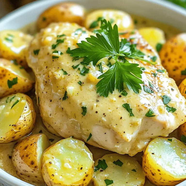 Für dieses leckere Gericht brauchen Sie: - 4 Hähnchenbrustfilets, ohne Haut und Knochen - 680 g Baby-Kartoffeln, halbiert - 5 Knoblauchzehen, fein gehackt - 240 ml Hühnerbrühe - 240 ml Sahne - 100 g geriebener Parmesan Diese Zutaten sind einfach zu finden. Die Hähnchenbrust sorgt für zartes Fleisch. Die Baby-Kartoffeln geben eine süße Note. Knoblauch bringt viel Geschmack. Die Sahne und der Parmesan machen das Gericht cremig und reichhaltig. Zusätzlich benötigen Sie: - 2 Teelöffel italienische Gewürzmischung - Salz und Pfeffer nach Geschmack - Frische Petersilie, gehackt (zum Garnieren) Die italienische Gewürzmischung sorgt für einen tollen Geschmack. Salz und Pfeffer verstärken die Aromen. Petersilie ist nicht nur ein Hingucker, sondern auch frisch und gesund. Achten Sie beim Kauf auf frisches Gemüse. Die Kartoffeln sollten fest und glatt sein, ohne grüne Stellen. Wählen Sie Hähnchenbrustfilets, die rosa und saftig sind. Frischer Knoblauch hat eine feste Textur und einen starken Duft. Frische Petersilie sollte eine lebendige grüne Farbe haben. Diese kleinen Details machen einen großen Unterschied im Geschmack. Zuerst lege ich die halbierten Baby-Kartoffeln in den Crockpot. Ich achte darauf, dass sie gleichmäßig verteilt sind. Das hilft, dass die Kartoffeln gleichmäßig garen. Jetzt nehme ich die Hähnchenbrustfilets. Ich würze sie auf beiden Seiten mit Salz, Pfeffer und der italienischen Gewürzmischung. Das gibt dem Hähnchen einen tollen Geschmack. Danach lege ich die gewürzten Filets vorsichtig auf die Kartoffeln im Crockpot. In einer Schüssel vermische ich den gehackten Knoblauch, die Hühnerbrühe, die Sahne und den geriebenen Parmesan. Diese cremige Mischung ist der Schlüssel zu diesem Rezept. Sie macht das Gericht reichhaltig und lecker. Ich gieße die Mischung gleichmäßig über das Hähnchen und die Kartoffeln. Ich decke den Crockpot ab und stelle ihn auf niedriger Stufe. Das Gericht garen lasse ich für 6 bis 7 Stunden oder auf hoher Stufe für 3 bis 4 Stunden. Es ist wichtig, dass das Hähnchen durchgegart ist und die Kartoffeln zart sind. Nach dem Garen zerkleinere ich das Hähnchen mit zwei Gabeln direkt im Crockpot. Dann vermenge ich es gut mit der cremigen Sauce. Um Fehler zu vermeiden, ist es wichtig, die Zutaten gut vorzubereiten. Achten Sie darauf, die Kartoffeln gleichmäßig zu schneiden. So garen sie gleichmäßig. Überwürzen Sie das Hähnchen nicht. Zu viel Salz kann den Geschmack ruinieren. Kontrollieren Sie auch die Garzeit genau. Zu langes Kochen macht das Hähnchen trocken. Die Sauce sollte cremig und reichhaltig sein. Verwenden Sie frische Sahne und hochwertigen Parmesan. Diese Zutaten sorgen für einen tollen Geschmack. Um die Sauce zu verdicken, können Sie etwas mehr Parmesan hinzufügen. Wenn die Sauce zu dick ist, fügen Sie mehr Hühnerbrühe hinzu. So bleibt sie schön flüssig. Die Reste des Hähnchens sind ein Geschenk. Sie können sie in Wraps oder Salate geben. Auch als Füllung für Sandwiches sind sie klasse. Wenn Sie etwas übrig haben, können Sie es einfrieren. So haben Sie immer eine schnelle Mahlzeit bereit. {{image_4}} Wenn du die Zutaten anpassen möchtest, probiere Tofu oder Gemüse. Tofu ist eine großartige Quelle für Protein. Schneide es in Würfel und mariniere es mit den gleichen Gewürzen. Das Gemüse kann variieren. Du kannst Paprika, Zucchini oder Karotten verwenden. Diese Optionen sind lecker und gesund. Das Gericht wird noch besser mit mehr Gemüse. Du kannst Brokkoli, grüne Bohnen oder Erbsen hinzufügen. Diese Gemüsesorten bringen mehr Farbe und Nährstoffe. Achte darauf, sie in den letzten zwei Stunden des Kochens hinzuzufügen. So bleiben sie knackig und frisch. Käse bringt viel Geschmack in unser Gericht. Neben Parmesan kannst du auch Mozzarella oder Cheddar verwenden. Mozzarella macht die Sauce besonders cremig. Cheddar gibt einen kräftigen Geschmack. Experimentiere mit verschiedenen Käsesorten, um deine Lieblingskombination zu finden. Um Reste von Crockpot Knoblauch-Parmesan-Hühnchen und Kartoffeln sicher aufzubewahren, verwenden Sie luftdichte Behälter. Lassen Sie das Gericht auf Raumtemperatur abkühlen, bevor Sie es in den Kühlschrank stellen. Die Reste halten sich dort bis zu drei Tage. Achten Sie darauf, die Reste gut zu kennzeichnen, damit Sie wissen, was sich im Kühlschrank befindet. Das Einfrieren ist eine gute Option, wenn Sie mehr Portionen zubereitet haben. Teilen Sie das Gericht in Einzelportionen auf, und nutzen Sie gefriergeeignete Behälter oder Beutel. So bleibt die Qualität besser. Beschriften Sie die Behälter mit Datum und Inhalt. Das Gericht kann bis zu drei Monate im Gefrierfach bleiben. Zum Auftauen stellen Sie die Portionen einfach über Nacht in den Kühlschrank. Um den besten Geschmack beim Erwärmen zu erzielen, verwenden Sie eine Mikrowelle oder einen Herd. Erhitzen Sie das Gericht bei niedriger Temperatur, um ein Überkochen zu vermeiden. Fügen Sie bei Bedarf etwas Hühnerbrühe oder Sahne hinzu, um die Sauce wieder cremig zu machen. Rühren Sie das Gericht gut um, damit die Wärme gleichmäßig verteilt wird. So schmeckt es fast wie frisch zubereitet! Sie können Hähnchen im Crockpot für 6-7 Stunden auf niedriger Stufe oder 3-4 Stunden auf hoher Stufe garen. Die genaue Zeit hängt von der Größe der Hähnchenstücke ab. Achten Sie darauf, dass das Hähnchen eine Temperatur von 75 °C erreicht. So ist es sicher und zart. Ja, Sie können frisches Gemüse verwenden. Brokkoli, Karotten oder Zucchini sind gute Optionen. Schneiden Sie das Gemüse in gleichmäßige Stücke. Fügen Sie es etwa 30 Minuten vor Ende der Garzeit hinzu, damit es nicht zerkocht. Wenn die Sauce zu dünn ist, können Sie sie eindicken. Eine einfache Methode ist, etwas Maisstärke mit Wasser zu mischen und in die Sauce zu rühren. Lassen Sie es dann einige Minuten kochen, bis es dick wird. Eine andere Möglichkeit ist, extra Käse hinzuzufügen. Es ist nicht notwendig, die Hähnchenbrust vorher anzubraten. Das Garen im Crockpot macht das Hähnchen zart. Das Anbraten kann jedoch zusätzlichen Geschmack bringen. Es liegt an Ihnen, ob Sie diesen Schritt machen möchten. Zu diesem Gericht passen frischer grüner Salat oder gedünstetes Gemüse gut. Auch Reis oder Brot sind gute Beilagen. Sie helfen, die leckere Sauce aufzufangen und den Geschmack zu ergänzen. Crockpot Knoblauch-Parmesan-Hühnchen ist einfach und lecker. Ich habe die Hauptzutaten, Kochschritte und Tipps erklärt. Vermeide Küchenfehler für eine tolle Sauce. Variationen bringen neuen Geschmack. Reste lassen sich gut lagern und verwenden. Experimentiere mit Gemüse oder Käse, um Abwechslung zu schaffen. Du kannst das Gericht leicht anpassen. Mit diesen Infos gelingt dir das Gericht bestimmt. Probiere es aus und genieße dein Ergebnis!