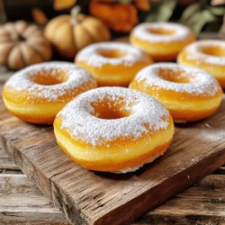 Für gebackene Kürbis-Donuts benötigst du folgende Grundzutaten: - 1 Tasse Kürbispüree aus der Dose - 1/2 Tasse Zucker - 1/4 Tasse brauner Zucker, gepackt - 1/2 Tasse ungesüßtes Apfelmus - 2 große Eier - 1 Teelöffel Vanilleextrakt - 1 1/2 Tassen Allzweckmehl - 1 Teelöffel Backpulver - 1/2 Teelöffel Natron - 1 Teelöffel gemahlener Zimt - 1/4 Teelöffel Muskatnuss, gemahlen - 1/4 Teelöffel Ingwer, gemahlen - 1/4 Teelöffel Salz - 1/4 Tasse Milch (Milch oder pflanzliche Milch) Diese Zutaten bilden die Basis für deinen Donut-Teig. Das Kürbispüree gibt den Donuts einen tollen Geschmack und eine schöne Farbe. Die Zuckerarten bringen Süße und helfen, die perfekte Textur zu erzielen. Um deine Donuts noch interessanter zu machen, kannst du folgende Zutaten hinzufügen: - Puderzucker zum Bestäuben - Schokoladenstückchen oder Nüsse für zusätzlichen Crunch - Gewürze wie Nelken oder Kardamom für mehr Geschmack - Zitrusschalen für eine frische Note Diese Zutaten bieten dir viele Möglichkeiten. Du kannst die Donuts nach deinem Geschmack anpassen. Bei der Auswahl deiner Zutaten achte auf Qualität. Hier sind einige Tipps: - Nutze frisches und hochwertiges Kürbispüree. Achte darauf, dass es keine Zusatzstoffe enthält. - Wähle Bio-Zucker, wenn möglich. Es macht einen Unterschied im Geschmack. - Achte darauf, dass deine Gewürze frisch sind. Alte Gewürze verlieren ihr Aroma. - Für eine pflanzliche Option wähle pflanzliche Milch. Mandelmilch oder Hafermilch sind tolle Alternativen. Mit diesen Tipps stellst du sicher, dass deine gebackenen Kürbis-Donuts köstlich werden. Sie schmecken frisch und aromatisch und bringen den Herbst auf deinen Tisch. Zuerst heize deinen Ofen auf 175°C vor. Das ist wichtig, damit die Donuts gleichmäßig backen. Während der Ofen aufheizt, fette deine Donutform mit einem Antihaftspray ein. So lassen sich die Donuts später leicht herausnehmen. Du willst keine klebrigen Überraschungen! Jetzt kommt der spannende Teil: den Teig machen! In einer großen Schüssel vermische das Kürbispüree, den Zucker, den braunen Zucker, das Apfelmus, die Eier und den Vanilleextrakt. Rühre alles gut um, bis es gleichmäßig aussieht. In einer anderen Schüssel vermenge das Allzweckmehl, das Backpulver, das Natron, den Zimt, die Muskatnuss, den Ingwer und das Salz. Diese Mischung sorgt für den tollen Geschmack. Füge die trockenen Zutaten nach und nach zur feuchten Mischung hinzu. Rühre vorsichtig, bis alles gerade so vermischt ist. Gieße nun langsam die Milch dazu. Mische weiter, bis der Teig glatt und leicht dick ist. Jetzt ist es Zeit, die Donuts zu backen! Übertrage den Teig in einen Spritzbeutel oder einen wiederverschließbaren Beutel. Schneide eine Ecke ab und spritze den Teig in die vorbereitete Donutform. Fülle jede Form zu etwa 2/3. Backe die Donuts für 12 bis 15 Minuten. Prüfe mit einem Zahnstocher, ob sie fertig sind. Wenn er sauber herauskommt, sind die Donuts bereit. Lass die Donuts etwa 5 Minuten in der Form abkühlen. Danach lege sie auf ein Kuchengitter, damit sie vollständig abkühlen. Wenn du magst, bestäube die Donuts mit Puderzucker für eine süße Note. Jetzt sind deine gebackenen Kürbis-Donuts bereit zum Genießen! Um köstliche gebackene Kürbis-Donuts zu machen, sind einige Techniken wichtig. Zuerst ist es wichtig, alle Zutaten gut vorzubereiten. Messen Sie alles genau ab. Arbeiten Sie schnell, um die Frische der Zutaten zu bewahren. Wenn Sie den Teig rühren, mischen Sie nur bis alles kombiniert ist. Zu langes Rühren kann die Donuts hart machen. Füllen Sie die Donutform nur zu zwei Dritteln. So haben die Donuts genug Platz zum Aufgehen. Ein häufiger Fehler ist das Überbacken der Donuts. Stellen Sie sicher, dass Sie die Backzeit im Auge behalten. Nutzen Sie einen Zahnstocher, um zu testen, ob sie fertig sind. Ein weiterer Fehler ist, die Donuts nicht abkühlen zu lassen. Lassen Sie sie in der Form, bevor Sie sie auf ein Gitter legen. Dies hilft, die richtige Textur zu erhalten. Verwenden Sie auch frisches Kürbispüree, um den besten Geschmack zu erreichen. Für perfekte Donuts benötigen Sie einige spezielle Utensilien. Eine gute Donutform ist entscheidend. Wählen Sie eine Antihaftform, um das Herausnehmen zu erleichtern. Ein Spritzbeutel oder ein wiederverschließbarer Beutel hilft beim Befüllen. Eine Rührschüssel mit großem Volumen ist nützlich, um die Zutaten gut zu vermengen. Ein Zahnstocher ist ideal für den Backtest. Wenn Sie diese Utensilien haben, wird das Backen einfacher und macht mehr Spaß. {{image_4}} Wenn du gesunde Alternativen suchst, gibt es viele Optionen. Du kannst den Zucker durch Honig oder Ahornsirup ersetzen. Das sorgt für einen angenehmen Geschmack. Nutze auch Vollkornmehl anstelle von Allzweckmehl. So erhältst du mehr Ballaststoffe. Du kannst das Apfelmus durch ungesüßtes Kürbispüree ersetzen. So bleibt der Geschmack gut, und der Teig wird saftig. Für eine vegane Version verwende Chia-Eier. Mische dazu einen Esslöffel Chia-Samen mit drei Esslöffeln Wasser und lass es quellen. Diese Alternativen sind einfach und lecker. Die Glasuren und Toppings machen die Donuts besonders. Eine einfache Zuckerglasur ist schnell gemacht. Mische Puderzucker mit etwas Milch, bis die Mischung glatt ist. Tauche die Donuts dann hinein und lass sie trocknen. Für einen herbstlichen Touch kannst du die Donuts mit Zimt-Zucker bestreuen. Mische dafür Zimt und Zucker in einem kleinen Schälchen und streue es über die warmen Donuts. Nüsse oder Schokoladensplitter sind auch tolle Toppings. Sie geben einen zusätzlichen Crunch. Die gebackenen Kürbis-Donuts sind vielseitig. Für Halloween füge etwas Lebensmittelfarbe hinzu. Das macht sie bunt und lustig. Zu Weihnachten kannst du zusätzlich einen Hauch von Kardamom oder Nelken verwenden. Im Frühling sind Zitronenschalen eine erfrischende Wahl. Sie sorgen für einen fruchtigen Geschmack. Im Sommer kannst du frische Beeren als Topping verwenden. Sie sehen schön aus und schmecken frisch. So bleibt das Rezept spannend und anpassbar für jede Saison. Um die frisch gebackenen Donuts richtig zu lagern, lege sie in einen luftdichten Behälter. Das schützt sie vor Feuchtigkeit und hält sie frisch. Stelle den Behälter an einen kühlen Ort. Eine Küche ist oft ideal. Vermeide direkte Sonne und Wärme. Diese Donuts bleiben bei richtiger Lagerung etwa 3 bis 5 Tage frisch. Nach dieser Zeit können sie trocken und weniger lecker werden. Wenn du einen langen Zeitraum brauchst, denke an das Einfrieren. So behältst du den guten Geschmack. Das Einfrieren ist eine tolle Option. Lass die Donuts zuerst vollständig abkühlen. Lege sie dann in einen luftdichten Gefrierbeutel. Achte darauf, die Luft herauszudrücken, um Gefrierbrand zu vermeiden. Du kannst die Donuts bis zu 3 Monate einfrieren. Zum Essen einfach über Nacht im Kühlschrank auftauen. Erwärme sie dann kurz in der Mikrowelle oder im Ofen. So schmecken sie fast wie frisch gebacken! Gebackene Kürbis-Donuts haben etwa 100 Kalorien pro Stück. Diese Zahl kann je nach Zutaten variieren. Wenn du weniger Zucker oder Apfelmus verwendest, sinkt die Kalorienzahl. Beachte, dass das Bestäuben mit Puderzucker die Kalorienzahl erhöht. Ja, du kannst das Rezept leicht glutenfrei machen. Verwende einfach glutenfreies Mehl anstelle von Allzweckmehl. Achte darauf, dass alle anderen Zutaten ebenfalls glutenfrei sind. Die Struktur der Donuts kann sich leicht ändern, aber sie bleiben lecker und saftig. Das Geheimnis für saftige Donuts liegt im Kürbispüree und dem Apfelmus. Diese Zutaten geben Feuchtigkeit und Geschmack. Mische die Zutaten gut, aber überarbeite den Teig nicht. Ein sanftes Rühren hilft, die Luft im Teig zu halten. So bleiben die Donuts fluffig und weich. Gebackene Kürbis-Donuts sind eine tolle Mischung aus einfachen Zutaten und cleveren Tricks. Wir haben die besten Zutaten besprochen und wie man einen gelungenen Teig macht. Die Tipps helfen dir, perfekte Donuts zu backen und häufige Fehler zu vermeiden. Vergiss nicht, sie richtig zu lagern, damit du lange Freude daran hast. Am Ende kannst du mit Variationen und tollen Toppings kreativ werden. Probiere verschiedene Optionen und finde deinen Favoriten. Viel Spaß beim Backen und Genießen!