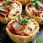 - 1 Dose Croissant-Teig - 1 Tasse Pizzasauce - 1 Tasse geriebener Mozzarella-Käse Die Basis für diese Mini-Crescent-Roll-Pizzas ist einfach. Croissant-Teig gibt den Pizzas eine flauschige, buttrige Textur. Die Pizzasauce bringt die richtige Würze. Der Mozzarella-Käse sorgt für den perfekten Schmelz. Diese Zutaten sind leicht zu finden und machen das Rezept schnell. - ½ Tasse Peperoni-Scheiben - Gewürfelte Paprika, Zwiebeln usw. Bei den Belägen sind deiner Fantasie keine Grenzen gesetzt. Peperoni gibt einen tollen Geschmack. Du kannst auch Paprika oder Zwiebeln hinzufügen. Denke an dein Lieblingsgemüse oder Fleisch. Jeder kann seine eigene Mini-Pizza nach Geschmack belegen. - ½ Teelöffel getrockneter Oregano - ½ Teelöffel Knoblauchpulver - Frische Basilikumblätter zur Garnitur (optional) Die Gewürze machen den Unterschied. Oregano und Knoblauchpulver verleihen den Pizzas einen tollen Geschmack. Für das gewisse Extra kannst du frische Basilikumblätter auf die fertigen Pizzas legen. Diese Garnitur sieht nicht nur schön aus, sondern schmeckt auch frisch. Heize deinen Ofen auf 190°C (375°F) vor. Sprühe ein Muffinblech leicht mit Kochspray ein. Nimm die Dose Croissant-Teig und rolle sie auf einer sauberen Fläche aus. Teile den Teig in die vorgeschnittenen Dreiecke. Nimm ein Teigdreieck und lege es in eine Muffinform. Drücke es vorsichtig nach unten und an die Seiten, damit eine kleine Tasse entsteht. Gib einen Esslöffel Pizzasauce in den Boden jeder Croissant-Tasse. Verteile die Sauce gleichmäßig. Streue eine Schicht geriebenen Mozzarella-Käse über die Sauce. Füge deine Wahl an Belägen hinzu, wie Peperoni oder Paprika. Streue Oregano und Knoblauchpulver für mehr Geschmack darüber. Stelle das Muffinblech in den vorgeheizten Ofen. Backe die Mini-Pizzas 12 bis 15 Minuten. Die Croissants sollten goldbraun sein und der Käse blubbern. Nimm das Blech aus dem Ofen und lasse die Mini-Pizzas eine Minute abkühlen. Entferne sie vorsichtig aus der Form. Garnieren kannst du sie mit frischen Basilikumblättern. Serviere sie warm und genieße den leckeren Geschmack! Frische Zutaten sind der Schlüssel zu köstlichen Mini-Pizzas. Verwenden Sie reife Tomaten für die Pizzasauce. Gute Qualität des Käses macht einen großen Unterschied. Mozzarella sollte frisch und gut gerieben sein. So schmelzt er besser und schmeckt toll. Achten Sie darauf, nicht zu viel Flüssigkeit in die Tassen zu geben. Zu viel Flüssigkeit macht den Teig matschig. Verwenden Sie also nicht zu viel Sauce. Lassen Sie das Gemüse gut abtropfen, wenn es saftig ist. Beobachten Sie den Käse, während die Pizzas backen. Wenn er schön schmilzt und leicht bräunt, sind sie fast fertig. Die Backzeit kann variieren. Es hängt von Ihrem Ofen ab. Für knusprigere Kanten backen Sie die Pizzas ein paar Minuten länger. Die goldbraune Farbe zeigt, dass sie gut sind. Lassen Sie sie nicht zu lange, denn sie können verbrennen. Nutzen Sie die Vorbereitungszeit effektiv. Halten Sie alle Zutaten bereit, bevor Sie beginnen. So geht alles schneller. Sie können auch vorbereitete Zutaten verwenden, um Zeit zu sparen. Kaufen Sie zum Beispiel fertige Pizzasauce oder geriebenen Käse. Das macht das Kochen noch einfacher und schneller. Mit diesen Tipps zaubern Sie leckere Mini-Pizzas im Handumdrehen. {{image_4}} Für alle, die fleischlos essen möchten, gibt es viele tolle Möglichkeiten. Gemüsefüllungen wie Spinat oder Pilze passen perfekt in die Mini-Pizzas. Diese Füllungen sind frisch und lecker. Anstelle von Pizzasauce können Sie auch eine Tomatensauce oder Pesto verwenden. Das gibt einen anderen, aber tollen Geschmack. Haben Sie Lust auf etwas Neues? Probieren Sie BBQ-Hühnchen oder mexikanische Salsa als Füllung. Diese Varianten bringen einen aufregenden Twist in die Mini-Pizzas. Außerdem können Sie mit verschiedenen Käsesorten experimentieren. Cheddar oder sogar Feta verleihen den Pizzas einen besonderen Kick. Für Menschen mit Glutenunverträglichkeit ist es wichtig, Alternativen zu finden. Sie können glutenfreien Croissant-Teig verwenden, um diese Mini-Pizzas zuzubereiten. Achten Sie darauf, die Füllungen anzupassen. Verwenden Sie frisches Gemüse oder glutenfreie Wurst. So können auch Allergiker den Genuss erleben. Um die Mini-Pizzas frisch zu halten, kühlen Sie sie schnell ab. Legen Sie die restlichen Mini-Pizzas in den Kühlschrank. Die Kühlung verhindert, dass sie schlecht werden. Verwenden Sie luftdichte Behälter. Dadurch bleibt der Geschmack erhalten und sie trocknen nicht aus. Sie können die Mini-Pizzas vor oder nach dem Backen einfrieren. Wenn Sie sie vor dem Backen einfrieren, legen Sie die gefüllten Muffinförmchen direkt ins Gefrierfach. Dies hilft, die Form zu erhalten. Wenn Sie die Mini-Pizzas nach dem Backen einfrieren, lassen Sie sie zuerst abkühlen. Wickeln Sie jede Pizza in Frischhaltefolie ein. So bleibt der Geschmack erhalten. Zum Aufwärmen heizen Sie den Ofen auf 190°C. Backen Sie die gefrorenen Mini-Pizzas 10-15 Minuten lang. So werden sie wieder knusprig und lecker. Die Mini-Pizzas bleiben im Kühlschrank bis zu drei Tage frisch. Achten Sie auf Anzeichen von Verderb. Wenn die Pizzas unangenehm riechen oder eine andere Farbe haben, sollten Sie sie wegwerfen. Frische ist wichtig für den besten Geschmack. Die Zubereitung braucht nur 10 Minuten. Die Kochzeit beträgt etwa 12 bis 15 Minuten. Insgesamt sind es 25 Minuten, bis die Mini-Pizzas fertig sind. Diese schnelle Zubereitungszeit macht sie ideal für eine Feier oder einen Snack. Ja, du kannst die Mini-Pizzas im Voraus machen. Bereite die Teigtassen und füge die Füllungen hinzu. Decke sie dann ab und stelle sie in den Kühlschrank. So sind sie bereit zum Backen, wenn du sie brauchst. Das spart Zeit und macht die Zubereitung einfacher. Die besten Beläge sind ganz nach deinem Geschmack. Hier sind einige beliebte Optionen: - Peperoni - Gewürfelte Paprika - Zwiebeln - Pilze - Oliven Du kannst auch kreative Kombinationen ausprobieren. Lass deiner Fantasie freien Lauf! Diese Mini-Crescent-Roll-Pizzas sind einfach und lecker. Sie bestehen aus Croissant-Teig, Pizzasauce und Mozzarella. Du kannst sie ganz nach deinem Geschmack mit Belägen anpassen. Die einfachen Tipps helfen dir, perfekte Mini-Pizzas zuzubereiten. Denke daran, Reste ordentlich zu lagern oder sogar einzufrieren. Mit diesen Ideen zauberst du schnell eine tolle Snack-Option. Viel Spaß beim Ausprobieren dieser Rezepte!