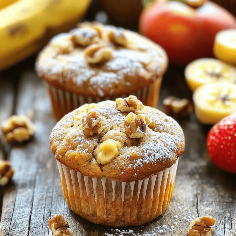 Für gesunde Bananen-Hafer-Muffins benötigst du folgende Zutaten: - 2 reife Bananen, zerdrückt - 1 Tasse Haferflocken - 1/2 Tasse griechischer Joghurt - 1/4 Tasse Honig oder Ahornsirup - 2 große Eier - 1 Teelöffel Vanilleextrakt - 1 Teelöffel Backpulver - 1/2 Teelöffel Natron - 1/2 Teelöffel gemahlener Zimt - 1/4 Teelöffel Salz - 1/2 Tasse gehackte Walnüsse oder Schokoladenstückchen (optional) - 1/4 Tasse ungesüßtes Apfelmus (für zusätzliche Feuchtigkeit) Jede Zutat in diesen Muffins hat ihre eigenen Vorteile: - Bananen sind reich an Kalium und Ballaststoffen. Sie helfen, den Blutdruck zu senken. - Haferflocken fördern die Verdauung und bieten langanhaltende Energie. - Griechischer Joghurt hat viel Protein. Er unterstützt den Muskelaufbau und die Sättigung. - Honig oder Ahornsirup sind natürliche Süßstoffe. Sie haben weniger Einfluss auf den Blutzucker. - Eier liefern hochwertige Proteine und gesunde Fette. - Zimt hat antioxidative Eigenschaften und kann den Blutzucker regulieren. - Walnüsse sind eine gute Quelle für Omega-3-Fettsäuren und fördern die Herzgesundheit. - Apfelmus sorgt für Feuchtigkeit ohne zusätzliche Kalorien. Wenn du spezielle diätetische Bedürfnisse hast, gibt es Alternativen: - Glutenfreie Haferflocken können anstelle normaler Haferflocken verwendet werden. - Griechischer Joghurt kann durch pflanzlichen Joghurt ersetzt werden für eine vegane Option. - Honig kann durch Agavendicksaft ersetzt werden, um den Zucker zu reduzieren. - Eier können durch Leinsamen- oder Chiasamen-Paste ersetzt werden für vegane Muffins. - Für Nussallergien kannst du die Walnüsse ganz weglassen oder durch Sonnenblumenkerne ersetzen. Heize deinen Ofen auf 175°C vor. Das sorgt für ein gleichmäßiges Backen. Lege dein Muffinblech mit Papierförmchen aus oder sprühe es leicht mit Kochspray ein. So lösen sich die Muffins später gut. Nimm eine große Schüssel. Zerdrücke zwei reife Bananen mit einer Gabel. Füge dann griechischen Joghurt, Honig oder Ahornsirup, die Eier und den Vanilleextrakt hinzu. Rühre alles gut um, bis die Mischung glatt ist. Diese feuchte Basis macht die Muffins lecker und saftig. Nimm eine andere Schüssel für die trockenen Zutaten. Gib die Haferflocken, das Backpulver, das Natron, den Zimt und das Salz hinein. Mische sie gut. Diese Zutaten geben den Muffins Struktur und Geschmack. Jetzt füge die trockenen Zutaten zur feuchten Mischung hinzu. Mische vorsichtig, bis alles gerade kombiniert ist. Achte darauf, nicht zu viel zu rühren. Wenn du magst, kannst du jetzt das Apfelmus und optionale Zutaten wie Walnüsse oder Schokoladenstückchen hinzufügen. Das gibt den Muffins einen zusätzlichen Kick. Verteile den Teig gleichmäßig auf die Muffinförmchen. Fülle sie etwa zu 3/4 voll. Backe die Muffins im Ofen für 18 bis 20 Minuten. Wenn ein Zahnstocher sauber herauskommt, sind sie fertig. Lass die Muffins fünf Minuten im Blech abkühlen. Danach kannst du sie auf ein Kuchengitter legen, um vollständig abzukühlen. Um den Teig für die gesunden Bananen-Hafer-Muffins zu verfeinern, probiere diese einfache Tricks: - Verwende sehr reife Bananen. Sie geben mehr Süße und Geschmack. - Füge Nüsse oder Schokoladenstückchen hinzu. Das sorgt für mehr Textur und macht die Muffins spannend. - Mische etwas Kokosnuss oder Mandelmehl. Das gibt einen neuen Geschmack und macht die Muffins noch gesünder. - Nutze Gewürze wie Muskatnuss oder Ingwer. Diese verleihen den Muffins eine besondere Note. Manchmal passieren kleine Fehler, die die Muffins ruinieren können. Hier sind einige häufige Fehler und wie du sie vermeidest: - Übermixen des Teigs. Das kann die Muffins hart machen. Mische nur bis alles verbunden ist. - Falsche Ofentemperatur. Ein zu heißer oder kalter Ofen kann das Backergebnis verändern. Nutze ein Ofenthermometer, um sicher zu sein. - Zu langes Backen. Achte darauf, die Muffins nicht zu lange im Ofen zu lassen. Sie sollten leicht goldbraun sein. - Zu wenig Platz in den Förmchen. Fülle die Förmchen nur zu 3/4 voll. So haben die Muffins Platz zum Aufgehen. Die Präsentation macht viel aus! Hier sind einige Tipps, um deine Muffins schön zu servieren: - Serviere die Muffins warm. Das macht sie noch leckerer. - Bestäube sie leicht mit Puderzucker. Das sieht schön aus und schmeckt gut. - Füge frische Früchte hinzu. Ein paar Beeren oder Bananenscheiben machen den Teller bunt und frisch. - Nutze schöne Muffinförmchen. Das macht die Präsentation ansprechend und einladend. {{image_4}} Du kannst die Muffins nach deinem Geschmack anpassen. Füge zum Beispiel ein paar Beeren hinzu. Heidelbeeren oder Himbeeren passen gut. Du kannst auch geriebene Karotten für einen Karotten-Bananen-Muffin verwenden. Ein bisschen Nussbutter gibt den Muffins einen tollen Geschmack. Auch Kakaopulver oder Erdnüsse bringen Abwechslung. Möchtest du glutenfreie Muffins machen? Ersetze die Haferflocken durch glutenfreie Haferflocken. Achte darauf, dass sie wirklich glutenfrei sind. Du kannst auch Mandelmehl oder Kokosmehl verwenden. Diese Mehle geben den Muffins eine besondere Note. Sie bleiben dennoch weich und lecker. Für vegane Muffins kannst du die Eier weglassen. Ersetze sie durch Apfelmus oder Leinsamen. Mische einen Esslöffel Leinsamen mit drei Esslöffeln Wasser. Lass es einige Minuten quellen, dann kannst du es verwenden. Statt griechischem Joghurt kannst du Pflanzenjoghurt benutzen. So machst du die Muffins tierproduktefrei und immer noch lecker. Um die gesunden Bananen-Hafer-Muffins frisch zu halten, lege sie in einen luftdichten Behälter. Du kannst sie bei Raumtemperatur für bis zu drei Tage lagern. Wenn du sie länger aufbewahren willst, stelle sie in den Kühlschrank. So bleiben sie eine Woche lang frisch. Achte darauf, sie gut zu verpacken, damit sie nicht austrocknen. Du kannst die Muffins auch einfrieren. Lass sie zuerst vollständig abkühlen. Wickel jeden Muffin in Frischhaltefolie ein. Lege sie dann in einen Gefrierbeutel oder einen luftdichten Behälter. So bleiben sie bis zu drei Monate haltbar. Wenn du sie essen möchtest, nimm einfach einen Muffin heraus und lasse ihn bei Raumtemperatur auftauen. Um die Muffins wieder warm zu machen, kannst du den Ofen auf 350°F (175°C) vorheizen. Leg die Muffins auf ein Backblech und erwärme sie für 5 bis 10 Minuten. Alternativ kannst du die Mikrowelle nutzen. Erhitze einen Muffin für 15 bis 20 Sekunden, bis er warm ist. So schmecken sie fast wie frisch gebacken! Die Muffins sind bei Raumtemperatur etwa 3 bis 4 Tage haltbar. Lagern Sie sie in einem luftdichten Behälter. Bei kühleren Temperaturen bleiben sie länger frisch. Im Kühlschrank können sie bis zu einer Woche halten. Wenn Sie sie einfrieren, sind sie bis zu 3 Monate genießbar. Ja, Sie können die Bananen durch Apfelmus oder pürierte Kürbis ersetzen. Diese Optionen geben Feuchtigkeit und süßen Geschmack. Denken Sie daran, dass der Geschmack etwas anders sein wird. Experimentieren Sie ruhig mit verschiedenen Früchten, die Ihnen gefallen. Die Muffins sind nicht komplett zuckerfrei, da sie Honig oder Ahornsirup enthalten. Diese Süßstoffe sind jedoch natürlicher als raffinierter Zucker. Sie können den Honig ganz weglassen oder durch Stevia ersetzen, um sie noch gesünder zu machen. Um die Muffins gesünder zu machen, können Sie weniger Honig oder Ahornsirup verwenden. Fügen Sie mehr Haferflocken oder gesunde Samen wie Chiasamen oder Leinsamen hinzu. Diese Zutaten erhöhen den Ballaststoffgehalt und machen die Muffins nahrhafter. In diesem Beitrag haben wir gesunde Bananen-Hafer-Muffins gründlich erkundet. Wir haben die Zutaten und ihren Nutzen beleuchtet. Zudem gab es Tipps für einfaches Backen und Variationen. Denke daran, die Lagerung in den Blick zu nehmen, damit sie frisch bleiben. Du kannst die Muffins auch nach deinem Geschmack anpassen. Versuche, mit verschiedenen Zutaten zu experimentieren. So schaffst du leckere Snacks, die du genießen kannst!