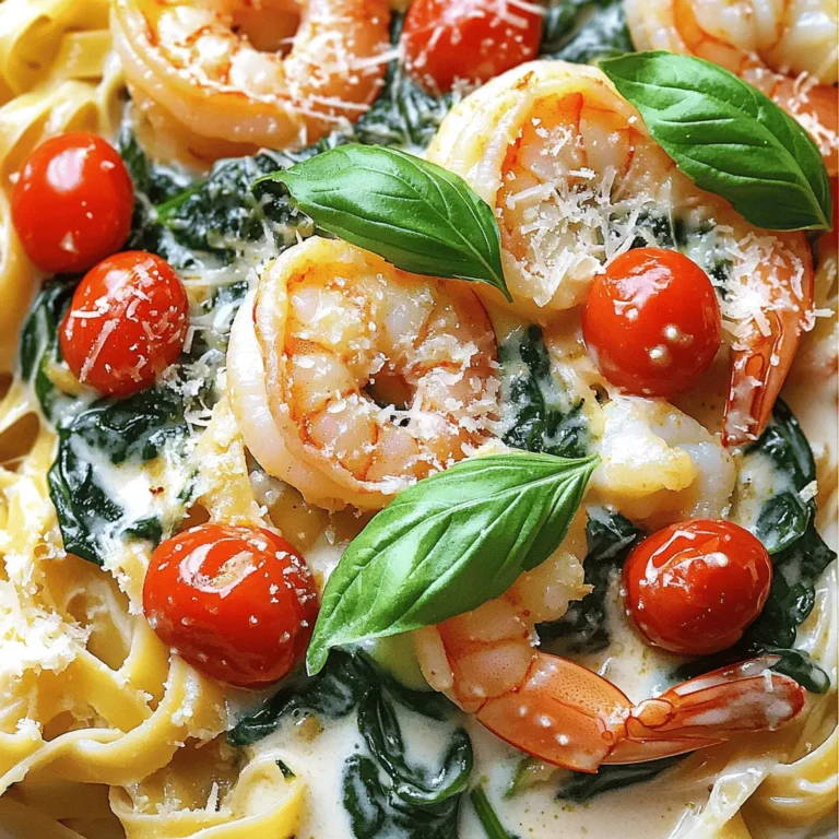 Für dieses leckere Gericht brauchen Sie: - 450 g große Garnelen, geschält und entdarmt - 2 Esslöffel Olivenöl - 3 Knoblauchzehen, fein gehackt - 240 g Kirschtomaten, halbiert - 240 ml Sahne - 240 g frischer Spinat, grob gehackt - 50 g geriebener Parmesan Diese Zutaten bilden die Basis für den vollen Geschmack. Die Garnelen sind saftig und die Sahne macht alles cremig. Um den Geschmack zu verstärken, verwenden Sie: - 1 Teelöffel italienische Gewürzmischung - Salz und Pfeffer nach Geschmack Die italienische Gewürzmischung bringt eine schöne Tiefe in das Gericht. Achten Sie darauf, die Gewürze gut zu dosieren. Sie können das Gericht noch besser machen, indem Sie hinzufügen: - Frisches Basilikum zur Garnitur Das Basilikum gibt einen frischen Geschmack und sieht toll aus. Servieren Sie die Garnelen auf einem Bett aus Pasta oder Reis. Das rundet das Gericht perfekt ab. Zuerst sammeln wir die Zutaten. Du benötigst: - 450 g große Garnelen, geschält und entdarmt - 2 Esslöffel Olivenöl - 3 Knoblauchzehen, fein gehackt - 240 g Kirschtomaten, halbiert - 240 ml Sahne - 240 g frischer Spinat, grob gehackt - 50 g geriebener Parmesan - 1 Teelöffel italienische Gewürzmischung - Salz und Pfeffer nach Geschmack - Frisches Basilikum zur Garnitur Stelle sicher, dass alles bereit ist. So kannst du schnell kochen. Erhitze das Olivenöl in einer großen Pfanne bei mittlerer bis hoher Hitze. Füge dann den gehackten Knoblauch hinzu. Brate ihn etwa 30 Sekunden an, bis er duftet. Jetzt kommen die Garnelen in die Pfanne. Würze sie mit Salz, Pfeffer und der italienischen Gewürzmischung. Brate die Garnelen für 2-3 Minuten. Sie sollten pink und durchgegart sein. Nimm sie dann aus der Pfanne und lege sie beiseite. In derselben Pfanne kommen die halbierten Kirschtomaten hinzu. Koche sie für 2-3 Minuten, bis sie weich sind. Gieße die Sahne in die Pfanne und bringe alles zum sanften Köcheln. Rühre den geriebenen Parmesan ein, bis er schmilzt und die Sauce glatt ist. Füge den gehackten Spinat hinzu und lasse ihn 1-2 Minuten welken. Jetzt gib die Garnelen zurück in die Pfanne und rühre alles gut um. Lass das Gericht 2 Minuten zusammen köcheln. Schmecke es ab und passe die Würze nach Bedarf an. Um die perfekten Garnelen zu bekommen, achte auf ihre Farbe und Textur. Wähle große Garnelen, die frisch und prall sind. Achte darauf, sie nicht zu lange zu braten. Nach 2-3 Minuten sollten sie schön rosa sein. So bleiben sie zart und saftig. Die Sauce sollte dick und cremig sein, aber nicht schwer. Verwende frische Sahne und geriebenen Parmesan. Die Sahne bringt die nötige Fülle. Lasse die Sauce sanft köcheln, aber koche sie nicht zu lange. Rühre den Parmesan gut ein, bis er schmilzt. So bleibt die Sauce glatt und lecker. Die Präsentation macht viel aus. Serviere die Garnelen auf einem Bett aus Pasta oder Reis. So sieht das Essen toll aus und schmeckt noch besser. Garnieren kannst du mit frischen Basilikumblättern. Sie geben Farbe und einen frischen Geschmack. Ein Spritzer Zitronensaft bringt noch mehr Frische ins Spiel. {{image_4}} Wenn Sie eine vegetarische Version der Sauce möchten, lassen Sie die Garnelen einfach weg. Fügen Sie stattdessen mehr frischen Spinat und Pilze hinzu. Champignons geben einen tollen Umami-Geschmack. Sie können auch Zucchini oder Paprika verwenden. Diese Gemüsesorten bringen Farbe und Textur. Ersetzen Sie die Sahne durch Kokosmilch oder eine pflanzliche Sahne. Das schmeckt gut und bleibt cremig. Die Sauce lässt sich leicht anpassen. Mögen Sie es bunt? Fügen Sie Kirschtomaten, Brokkoli oder Erbsen hinzu. Diese Gemüsesorten passen gut zur Sauce. Sie bringen Frische und Nährstoffe. Kochen Sie das Gemüse einfach zusammen mit den Tomaten. Achten Sie darauf, dass alles gleichmäßig gar wird. So bleibt der Geschmack stark und die Textur schön knackig. Wenn Sie keinen Parmesan haben, gibt es viele Alternativen. Feta oder Pecorino sind gute Optionen. Sie bringen einen salzigen, herzhaften Geschmack. Vegane Käsealternativen funktionieren auch gut. Achten Sie darauf, dass sie gut schmelzen. Experimentieren Sie mit verschiedenen Käsesorten, um den besten Geschmack zu finden. So wird Ihre Sauce immer einzigartig. Lagern Sie Ihre cremigen toskanischen Garnelen in einem luftdichten Behälter. So bleibt die Frische erhalten. Stellen Sie den Behälter in den Kühlschrank. Die Garnelen sollten innerhalb von zwei Tagen gegessen werden. So schmecken sie am besten. Um die Garnelen einzufrieren, lassen Sie sie zuerst abkühlen. Dann füllen Sie sie in einen gefriersicheren Behälter oder einen Zip-Beutel. Achten Sie darauf, die Luft so gut wie möglich herauszudrücken. So verhindern Sie Gefrierbrand. Die Garnelen halten sich bis zu drei Monate im Gefrierfach. Cremige toskanische Garnelen sind im Kühlschrank zwei Tage haltbar. Achten Sie darauf, sie gut zu lagern. Wenn Sie die Garnelen eingefroren haben, können Sie sie nach dem Auftauen sofort verwenden. Denken Sie daran, sie nicht wieder einzufrieren, wenn sie einmal aufgetaut sind. Die Zubereitung dauert etwa 25 Minuten. Die Vorbereitungszeit liegt bei 10 Minuten. Kochen Sie die Garnelen und die Sauce in nur 15 Minuten. So haben Sie schnell ein köstliches Gericht auf dem Tisch. Ja, Sie können gefrorene Garnelen verwenden. Achten Sie darauf, sie vor dem Kochen gut aufzutauen. Das sorgt für eine gleichmäßige Garung. Die Textur kann leicht anders sein, aber sie schmecken trotzdem lecker. Cremige toskanische Garnelen passen gut zu verschiedenen Beilagen. Hier sind einige Vorschläge: - Pasta: Spaghetti oder Fettuccine sind ideal. - Reis: Verwenden Sie weißen oder braunen Reis. - Gemüse: Gedämpftes Gemüse ergänzt das Gericht perfekt. Diese Beilagen helfen, die köstliche Sauce aufzunehmen und das Gericht abzurunden. Cremige toskanische Garnelen sind einfach zuzubereiten und bieten viefältige Optionen. Wir haben die Hauptzutaten, die Zubereitungsschritte und wertvolle Tipps behandelt. Denk daran, die Garnelen perfekt zu braten und eine cremige Sauce zu schaffen. Experimentiere mit Variationen und Beilagen für mehr Genuss. Lagere die Reste richtig, damit du länger Freude daran hast. Mit diesen Ideen gelingt dir ein tolles Gericht, das du immer wieder machen kannst.