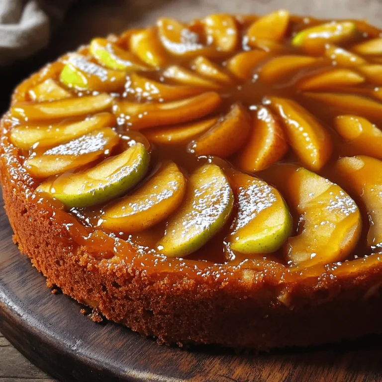 Für diesen köstlichen Karamell-Apfel-Umdrehkuchen brauchst du folgende Zutaten: - 3 mittelgroße Äpfel, geschält, entkernt und in Scheiben geschnitten (vorzugsweise Granny Smith) - 1 Tasse brauner Zucker - 1/2 Tasse ungesalzene Butter (zimmerwarm) - 1 Teelöffel Zimt - 1 Teelöffel Vanilleextrakt - 1 1/2 Tassen Weizenmehl (glutenfrei verwenden, wenn gewünscht) - 1 Teelöffel Backpulver - 1/2 Teelöffel Natron - 1/4 Teelöffel Salz - 1/2 Tasse Kristallzucker - 2 große Eier (zimmerwarm) - 1/2 Tasse Buttermilch Diese Zutaten sind einfach zu finden und machen den Kuchen besonders lecker. Die Äpfel bringen Frische und die Karamellsoße sorgt für einen süßen Geschmack. Wenn du keine bestimmten Zutaten hast, gibt es Alternativen: - Verwende andere Apfelsorten wie Fuji oder Honeycrisp für einen anderen Geschmack. - Du kannst die Buttermilch durch Joghurt oder Mandeldrink ersetzen. - Statt Weizenmehl kannst du auch Dinkelmehl verwenden. Diese Alternativen helfen dir, den Kuchen an deine Vorlieben anzupassen. Frische Äpfel sind der Schlüssel zu einem großartigen Kuchen. Achte darauf, sie gut zu wählen. Granny Smith ist sauer und gibt einen tollen Kontrast zum süßen Karamell. - Wähle feste und knackige Äpfel. Vermeide weiche oder überreife Früchte. - Schneide die Äpfel gleichmäßig, damit sie gleichmäßig garen. - Du kannst die Äpfel auch mit etwas Zitronensaft beträufeln, um ihre Farbe zu bewahren. Diese Tipps sorgen dafür, dass dein Karamell-Apfel-Umdrehkuchen perfekt wird! Heize deinen Ofen auf 175 °C vor. Nimm einen mittelgroßen Topf und schmelze die Butter bei mittlerer Hitze. Füge den braunen Zucker und den Zimt hinzu. Rühre gut um, bis die Mischung blubbert. Nimm den Topf vom Herd und lass das Karamell etwas abkühlen. Gieße das Karamell gleichmäßig in eine gefettete 9-Zoll Kuchenform. Lege die geschälten und in Scheiben geschnittenen Äpfel darauf. Achte darauf, sie in einem schönen Muster anzuordnen. In einer Schüssel vermische das Mehl, Backpulver, Natron und Salz gut. In einer großen Schüssel schlage den Kristallzucker mit der restlichen Butter cremig. Die Mischung sollte leicht und luftig sein. Füge die Eier einzeln hinzu und rühre gut um. Danach gib den Vanilleextrakt dazu und rühre nochmals um. Nun füge die trockenen Zutaten abwechselnd mit der Buttermilch zur Butter-Zucker-Mischung hinzu. Beginne und ende mit den trockenen Zutaten. Rühre nur bis alles gut vermischt ist. Gieße den Teig vorsichtig über die Äpfel in der Form und verteile ihn gleichmäßig. Backe den Kuchen für etwa 40-45 Minuten. Ein Zahnstocher sollte sauber herauskommen. Lass den Kuchen etwa 10 Minuten in der Form abkühlen. Danach stürze ihn vorsichtig auf einen Servierteller. Die Karamell-Äpfel sollten jetzt oben sein. Lass den Kuchen leicht abkühlen, bevor du ihn in Stücke schneidest. Er schmeckt warm oder bei Raumtemperatur, gerne mit Schlagsahne oder Vanilleeis. Ein häufiger Fehler ist, die Äpfel nicht gleichmäßig zu schneiden. Achte darauf, dass die Apfelscheiben gleich dick sind. So garen sie gleichmäßig. Ein weiterer Fehler ist das Übermixen des Teigs. Mische nur, bis alles zusammenkommt, um einen lockeren Kuchen zu erhalten. Wenn du den Karamell zubereitest, lass ihn nicht zu lange auf dem Herd. Er kann verbrennen und bitter werden. Um perfekten Karamell zu machen, schmelze die Butter zuerst in einem Topf. Füge dann den braunen Zucker hinzu und rühre gut um. Lasse die Mischung blubbern, aber rühre nicht zu viel. Der Karamell sollte goldbraun werden, was etwa 5 bis 7 Minuten dauert. Achte darauf, dass du ihn vom Herd nimmst, wenn er die richtige Farbe hat. So bleibt der Karamell lecker und süß. Lass den Kuchen nach dem Backen vollständig abkühlen. Bewahre ihn dann in einem luftdichten Behälter auf. So bleibt er frisch. Du kannst den Kuchen auch in Scheiben schneiden und in Frischhaltefolie wickeln. Zum Aufwärmen lege die Stücke für 10 bis 15 Sekunden in die Mikrowelle. So wird der Kuchen warm und der Karamell bleibt weich. {{image_4}} Wenn du glutenfrei kochen möchtest, ersetze das Weizenmehl. Nutze einfach glutenfreies Mehl. Achte darauf, eine Mischung zu wählen, die gut bindet. So bleibt der Kuchen fluffig und lecker. Es gibt viele glutenfreie Mehle auf dem Markt. Einige sind speziell für Kuchen gedacht. Experimentiere, um die beste Option für dich zu finden. Du kannst deinem Karamell-Apfel-Umdrehkuchen mehr Geschmack geben. Füge Nüsse wie Walnüsse oder Mandeln hinzu. Sie bringen einen tollen Crunch ins Spiel. Trockenfrüchte wie Rosinen oder Cranberries passen auch gut. Diese geben dem Kuchen eine süße Note. Achte darauf, die zusätzlichen Zutaten gleichmäßig im Teig zu verteilen. Serviere den Kuchen warm, um den Karamellgeschmack zu betonen. Schlagsahne oder Vanilleeis sind tolle Begleiter. Du kannst auch frische Apfelscheiben als Garnitur verwenden. Ein Minzzweig macht das Ganze hübscher. Serviere den Kuchen auf einem schönen Teller. Das Auge isst mit, und die Präsentation zählt! Der Karamell-Apfel-Umdrehkuchen bleibt frisch für etwa 3 bis 4 Tage. Lagere ihn bei Raumtemperatur. Wenn du ihn in einem luftdichten Behälter aufbewahrst, bleibt er saftig und lecker. Um die Frische zu bewahren, decke den Kuchen mit Frischhaltefolie ab. Du kannst auch einen Kuchenbehälter verwenden. So bleibt der Kuchen weich und die Karamell-Äpfel bleiben klebrig. Stelle sicher, dass der Kuchen vollständig abgekühlt ist, bevor du ihn lagerst. Ja, du kannst den Kuchen einfrieren. Schneide ihn in Stücke und lege sie in einen gefrierfesten Behälter. Wickele die Stücke gut in Frischhaltefolie ein, um Gefrierbrand zu vermeiden. Der Kuchen bleibt bis zu 3 Monate frisch im Gefrierfach. Zum Aufwärmen lasse ihn einfach im Kühlschrank auftauen. Um den Karamell-Apfel-Umdrehkuchen vegan zu machen, kannst du einige Zutaten ersetzen. Verwende anstelle von Eiern Leinsamen oder Chiasamen. Mische dazu einen Esslöffel Samen mit drei Esslöffeln Wasser und lasse es fünf Minuten quellen. Statt Buttermilch kannst du Pflanzenmilch mit etwas Essig oder Zitronensaft mischen. Nutze vegane Butter anstelle der ungesalzenen Butter. Diese einfachen Änderungen machen den Kuchen ganz ohne tierische Produkte. Wenn du kein Weizenmehl verwenden möchtest, gibt es gute Alternativen. Du kannst glutenfreies Mehl verwenden, das gut funktioniert. Achte darauf, eine Mischung zu wählen, die Xanthan enthält. Diese sorgt für die richtige Textur. Auch Mandelmehl ist eine gute Wahl, hat aber eine andere Konsistenz. Mische es mit etwas Kokosmehl für bessere Ergebnisse. Ja, du kannst andere Früchte für den Kuchen ausprobieren. Birnen sind eine großartige Wahl und passen gut zum Karamell. Auch Pflaumen oder Kirschen bringen einen fruchtigen Geschmack. Schneide die Früchte in Scheiben und lege sie gleichmäßig in die Karamellmischung. Achte darauf, die Menge etwas anzupassen, damit der Kuchen nicht zu feucht wird. Der Karamell-Apfel-Umdrehkuchen ist einfach und lecker. Wir haben die besten Zutaten und Schritte zur Zubereitung erkundet. Ich habe wichtige Tipps gegeben und Variationen vorgestellt, die das Rezept verbessern. Der Kuchen bleibt frisch, wenn du ihn richtig lagerst. Denke daran, das Rezept nach deinem Geschmack anzupassen. Probiere es aus, und genieße die süßen Momente mit Familie und Freunden. Ein toller Kuchen macht jeden Tag besser!