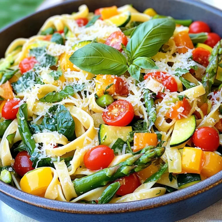Für die Pasta Primavera benötigst du: - 240 g Pasta (Fettuccine oder Penne) - 2 Esslöffel Olivenöl - 1 kleine rote Zwiebel, dünn geschnitten - 2 Knoblauchzehen, fein gehackt - 1 Zucchini, in Halbmonde geschnitten - 1 Paprika (rot oder gelb), in Streifen geschnitten - 150 g Cherrytomaten, halbiert - 150 g Spargel, geputzt und in 5 cm lange Stücke geschnitten - 150 g Babyspinat - 1 Teelöffel italienische Gewürzmischung - Salz und Pfeffer nach Geschmack Diese Zutaten bilden die Basis für ein buntes und gesundes Gericht. Frisches Gemüse macht das Gericht lebendig. Wähle eine Mischung aus: - Zucchini für die zarte Textur - Paprika für Farbe und Süße - Cherrytomaten für Saftigkeit - Spargel für einen knackigen Biss - Babyspinat für Frische Achte darauf, dass das Gemüse frisch und knackig ist. So schmeckt es am besten! Um die Pasta zu verfeinern, kannst du hinzufügen: - 50 g frisch geriebener Parmesan (optional) - Frische Basilikumblätter zur Garnitur Der Parmesan gibt einen herzhaften Geschmack. Die Basilikumblätter bringen Aroma und Farbe. Um die Pasta perfekt zu kochen, bringe einen großen Topf mit gesalzenem Wasser zum Kochen. Verwende 240 g Fettuccine oder Penne. Gib die Pasta ins Wasser und koche sie al dente, wie auf der Packung angegeben. Behalte 240 ml Nudelwasser zurück, bevor du die Pasta abgießt. Lass die Pasta abtropfen und stelle sie beiseite. Erhitze 2 Esslöffel Olivenöl in einer großen Pfanne bei mittlerer Hitze. Füge 1 kleine rote Zwiebel, dünn geschnitten, und 2 fein gehackte Knoblauchzehen hinzu. Brate sie 2-3 Minuten an, bis die Zwiebel glasig wird. Dann gib 1 Zucchini in Halbmonde, 1 Paprika in Streifen, 150 g halbierte Cherrytomaten und 150 g Spargel, in 5 cm lange Stücke geschnitten, in die Pfanne. Gar das Gemüse 5-7 Minuten, bis es zart und knackig ist. Jetzt kommt der Babyspinat ins Spiel. Füge 150 g Babyspinat zusammen mit 1 Teelöffel italienischer Gewürzmischung in die Pfanne. Lass alles weitere 2 Minuten kochen, bis der Spinat zusammengefallen ist. Würze das Gemüse mit Salz und Pfeffer nach Geschmack. Nimm die Pfanne vom Herd und gib die abgegossene Pasta dazu. Mische alles gut durch. Falls die Mischung zu trocken ist, füge nach und nach das aufbewahrte Nudelwasser hinzu, bis die Konsistenz stimmt. Serviere die Pasta Primavera in großen Schalen. Optional kannst du frisch geriebenen Parmesan und frische Basilikumblätter als Garnitur verwenden. Um Pasta al dente zu kochen, bringe zuerst einen großen Topf mit Wasser zum Kochen. Füge viel Salz hinzu, damit die Pasta Geschmack erhält. Lege die Pasta ins Wasser und koche sie nach Packungsanweisung. Probiere die Pasta ein paar Minuten vor dem Ende der Kochzeit. Sie sollte fest, aber nicht hart sein. Wenn es fertig ist, behalte etwas Nudelwasser. Es hilft dir, die Sauce später zu binden. Die italienische Gewürzmischung bringt tollen Geschmack in dein Gericht. Du kannst auch frische Kräuter wie Basilikum oder Oregano nutzen. Für ein wenig Schärfe füge eine Prise rote Paprikaflocken hinzu. Diese Gewürze machen die Pasta Primavera lebendiger. Geschmack ist wichtig, also scheue dich nicht, mit Gewürzen zu experimentieren. Um dein Gericht schön zu präsentieren, serviere die Pasta in großen, flachen Schalen. Garniere sie mit frischem Basilikum und einem Hauch von Parmesan. Ein Spritzer Olivenöl rundet das Bild ab. Du kannst auch einige ganze Cherrytomaten und Zucchini-Scheiben oben drauflegen. Das sieht nicht nur gut aus, es macht das Essen auch einladend. {{image_4}} Wenn Sie die Pasta Primavera vegan machen wollen, lassen Sie den Parmesan weg. Stattdessen können Sie Hefeflocken verwenden. Diese geben einen ähnlichen, käsigen Geschmack. Sie sind auch reich an B-Vitaminen. Eine andere Option ist veganer Käse aus Nüssen. Dieser schmilzt schön und verleiht der Pasta eine cremige Textur. Das Schöne an Pasta Primavera ist die Flexibilität. Nutzen Sie das Gemüse, das gerade Saison hat. Im Frühling sind Spargel und Erbsen frisch. Im Sommer sind Zucchini und Paprika toll. Im Herbst können Sie Kürbis und Brokkoli hinzufügen. Im Winter sind Wurzelgemüse wie Karotten und Pastinaken ideal. So bleibt das Gericht frisch und bunt. Für eine glutenfreie Variante wählen Sie spezielle glutenfreie Pasta. Sie gibt es aus Reis, Quinoa oder Linsen. Diese Sorten sind einfach und lecker. Kochen Sie sie nach den Anweisungen auf der Verpackung. Die restlichen Zutaten können Sie wie gewohnt verwenden. So bleibt der Geschmack der Pasta Primavera erhalten. Um deine Reste frisch zu halten, lege die Pasta Primavera in einen Behälter mit Deckel. Achte darauf, dass der Behälter luftdicht ist. Dies verhindert, dass die Aromen entweichen. Du kannst auch eine Schicht Frischhaltefolie verwenden, um die Frische zu bewahren. Lass die Pasta auf Raumtemperatur abkühlen, bevor du sie in den Kühlschrank stellst. Zum Aufwärmen nimm die Pasta aus dem Kühlschrank. Du kannst sie in der Mikrowelle oder auf dem Herd erwärmen. Wenn du die Mikrowelle verwendest, gib etwas Wasser oder Olivenöl hinzu, um ein Austrocknen zu vermeiden. Stelle die Mikrowelle auf mittlere Hitze und rühre die Pasta alle 30 Sekunden um. Beim Erwärmen auf dem Herd kannst du etwas Nudelwasser hinzufügen. Erhitze die Mischung in einer Pfanne bei mittlerer Hitze. Im Kühlschrank hält sich die Pasta Primavera bis zu drei Tage. Stelle sicher, dass sie in einem luftdichten Behälter ist. Im Gefrierfach kannst du sie bis zu zwei Monate lagern. Achte darauf, die Pasta gut zu verpacken, um Gefrierbrand zu vermeiden. Wenn du die gefrorene Pasta aufwärmst, lass sie zuerst im Kühlschrank auftauen. Pasta Primavera kommt aus Italien. Dieses Gericht entstand in den 1970er Jahren. Es zeigt frisches Gemüse und Pasta. Die Idee war, die Aromen des Frühlings zu feiern. Viele Restaurants in New York machten es bekannt. Pasta Primavera verbindet die italienische Küche mit frischen Zutaten. Ja, du kannst viele verschiedene Gemüsesorten verwenden. Zucchini und Paprika sind großartig, aber auch Brokkoli oder Karotten passen gut. Du kannst sogar Erbsen oder Auberginen hinzufügen. Achte darauf, dass das Gemüse frisch ist. Das sorgt für einen tollen Geschmack und eine schöne Farbe. Zu Pasta Primavera passen verschiedene Beilagen gut. Ein einfacher grüner Salat ist frisch und leicht. Geröstetes Brot mit Knoblauch schmeckt ebenfalls sehr gut dazu. Auch ein Stück Käse kann wunderbar harmonieren. Du kannst auch ein Glas Weißwein servieren, um das Essen zu bereichern. Ja, Pasta Primavera ist gesund. Es enthält viel Gemüse, was wichtig für eine ausgewogene Ernährung ist. Die Pasta liefert dir Energie durch Kohlenhydrate. Olivenöl gibt gesunde Fette dazu. Wenn du weniger Käse verwendest, bleibt das Gericht leicht und nährstoffreich. Pasta Primavera ist ein einfaches und schmackhaftes Gericht. Mit frischen Zutaten und einfachen Schritten gelingt es dir leicht. Wir haben wichtige Tipps für perfekte Pasta, aromatische Gewürze und schöne Präsentation. Variiere das Rezept mit saisonalem Gemüse oder veganen Zutaten. Denke auch an die richtige Lagerung und Aufwärmung, um die Reste gut zu nutzen. Letztlich ist Pasta Primavera nicht nur lecker, sondern auch eine gesunde Wahl. Bereite es zu und genieße jeden Bissen.