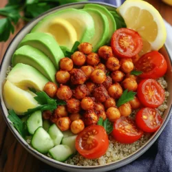 Um die Spicy Harissa Chickpea Grain Bowls zuzubereiten, brauchst du einige wichtige Zutaten: - 1 Tasse gekochte Quinoa oder brauner Reis - 1 Dose (425 g) Kichererbsen, abgetropft und abgespült - 2 Esslöffel Harissapaste - 1 Esslöffel Olivenöl - 1 Teelöffel geräuchertes Paprikapulver - 1 Teelöffel Knoblauchpulver - Salz und Pfeffer nach Geschmack - 1 Tasse Kirschtomaten, halbiert - 1 Gurke, gewürfelt - 1 Avocado, in Scheiben geschnitten - Frische Petersilie oder Koriander zur Garnierung - Zitronenspalten zum Servieren Diese Zutaten bringen Geschmack und Textur in die Bowls. Die Quinoa oder der Reis dienen als Basis. Sie sind nahrhaft und geben dir Energie. Kichererbsen sind die Stars. Sie liefern Protein und Ballaststoffe. Harissapaste sorgt für die Würze. Sie hat einen tollen, scharfen Geschmack mit vielen Aromen. Frisches Gemüse bringt Farbe und Knackigkeit. Tomaten und Gurken sind frisch und saftig. Avocado fügt Cremigkeit hinzu und schmeckt köstlich. Petersilie oder Koriander machen die Bowls schön und frisch. Zitronenspalten sind der perfekte Abschluss. Sie geben einen spritzigen Kick. Diese Zutaten machen deine Bowls lecker und einfach. Sie sind auch schnell zubereitet und perfekt für jede Mahlzeit. - Zuerst nimmst du die Kichererbsen aus der Dose. Spüle sie gut ab. - Gib die Kichererbsen in eine große Schüssel. Füge dann die Harissapaste, das Olivenöl, das geräucherte Paprikapulver und das Knoblauchpulver hinzu. - Streue etwas Salz und Pfeffer hinein. Mische alles gut durch. - Der Ofen sollte auf 200 °C vorgeheizt werden. - Lege die gewürzten Kichererbsen auf ein Backblech. - Röste die Kichererbsen 20 bis 25 Minuten lang. Schüttle das Blech einmal, damit sie gleichmäßig garen. - Während die Kichererbsen rösten, kannst du Quinoa oder braunen Reis kochen. - Folge einfach der Anleitung auf der Verpackung. - Wenn du das Getreide gekocht hast, lass es kurz abkühlen. - Du kannst eine größere Menge kochen und sie im Kühlschrank aufbewahren. So hast du immer etwas für die nächste Bowl bereit. - Nimm eine Schüssel und füge eine Portion Quinoa oder Reis als Basis hinzu. - Jetzt kommen die gerösteten Kichererbsen auf das Getreide. - Füge die halbierten Kirschtomaten, die gewürfelte Gurke und die Avocado-Scheiben hinzu. - Garnier die Bowl mit frisch gehackter Petersilie oder Koriander. - Lege ein paar Zitronenspalten an die Seite. So kannst du jedem Bissen etwas frischen Schwung geben. Um das Beste aus deinen Kichererbsen herauszuholen, passe die Gewürze an. Du kannst die Harissapaste nach deinem Geschmack steigern. Mische etwas mehr Paprikapulver für eine rauchige Note. Wenn du es milder magst, verwende weniger Harissa. Der Geschmack wird intensiver, wenn du die Kichererbsen lange genug röstest. Diese Schritte helfen, die Aromen zu verstärken. Kichererbsen sind reich an Eiweiß und Ballaststoffen. Diese Nährstoffe machen sie zu einer tollen Wahl für deine Bowls. Quinoa ist ebenfalls gesund. Es enthält viele Vitamine und Mineralien. Wähle frisches Gemüse, um den Nährwert zu steigern. Achte auf leuchtende Farben und knackige Texturen. Diese Auswahl sorgt für mehr Geschmack und gesunde Vorteile. Meal Prep ist eine gute Idee, um Zeit zu sparen. Bereite die Kichererbsen und das Getreide im Voraus zu. Du kannst die Bowls in luftdichten Behältern lagern. So bleiben sie frisch. Wenn du sie wieder erwärmst, mache das sanft in der Mikrowelle. Dies hilft, die Textur zu bewahren. So hast du immer eine leckere und gesunde Mahlzeit bereit. {{image_4}} Für eine leckere Bowl kannst du verschiedene pflanzliche Proteinquellen nutzen. - Tofu: Würfle ihn und brate ihn knusprig an. - Tempeh: Mariniere ihn in Sojasauce und brate ihn. - Linsen: Sie sind voll mit Nährstoffen und passen gut zu Quinoa. Zusätzlich kannst du mehr Gemüse hinzufügen. - Paprika: Schneide sie in Stücke und röste sie mit den Kichererbsen. - Zucchini: Scheibe sie dünn und füge sie roh hinzu. - Spinat: Frisch oder leicht gedünstet, bringt er Farbe und Geschmack. Falls du glutenfrei kochen möchtest, gibt es tolle Alternativen. - Hirse: Eine großartige Option, die leicht und nahrhaft ist. - Buchweizen: Er hat einen nussigen Geschmack und ist perfekt für Bowls. Achte darauf, glutenfreie Getreideprodukte zu wählen. - Reis: Brauner oder weißer Reis ist immer eine sichere Wahl. - Glutenfreier Couscous: Er ist schnell zubereitet und sehr vielseitig. Um deine Bowls aufregend zu machen, probiere verschiedene Dressings. - Joghurt-Dressing: Mische Joghurt mit Zitrone und Kräutern. - Tahini-Sauce: Sie ist cremig und passt gut zu den Aromen. Du kannst auch die Schärfe anpassen. - Milder: Nutze weniger Harissapaste oder mische sie mit Joghurt. - Extra scharf: Füge frische Chili oder scharfe Soße hinzu. Mit diesen Variationen kannst du jede Bowl nach deinem Geschmack anpassen! Um deine Spicy Harissa Chickpea Grain Bowls frisch zu halten, lagere sie im Kühlschrank. Verwende luftdichte Behälter. So bleibt der Geschmack erhalten. Achte darauf, die Kichererbsen und das Gemüse getrennt von der Getreidebasis zu lagern. So bleibt alles knackig und lecker. Die beste Praxis ist, die Bowls innerhalb von zwei Tagen zu essen. Das hilft, die Frische zu bewahren. Du kannst auch die Kichererbsen und das Gemüse vor dem Servieren aufwärmen. Stelle sicher, dass sie gut durchwärmt sind. Die Kichererbsen halten sich bis zu fünf Tage im Kühlschrank. Sie bleiben dabei schmackhaft und gesund. Auch die Quinoa oder der braune Reis ist bis zu einer Woche haltbar. Wenn du Reste hast, verwende sie in Salaten oder Wraps. Du kannst auch eine Suppe daraus machen. Einfach die Reste mit Brühe und Gemüse vermengen. So schaffst du ein schnelles, leckeres Gericht. Um Harissa selbst zu machen, brauchst du: - 4-6 rote Chilischoten - 2 Knoblauchzehen - 1 Teelöffel Kreuzkümmel - 1 Teelöffel Koriandersamen - 2 Esslöffel Olivenöl - Salz nach Geschmack Zubereitung: Röste die Gewürze leicht in einer Pfanne. Mixe dann alle Zutaten zu einer Paste. Du kannst die Schärfe anpassen, indem du mehr oder weniger Chili verwendest. Auch das Hinzufügen von Tomatenmark gibt Harissa mehr Tiefe. Ja, du kannst die Kichererbsen auch in der Pfanne braten. Rösten im Ofen macht sie knusprig, während Pfannenbraten schneller geht. Tipps für das Braten in der Pfanne: - Erhitze etwas Olivenöl in einer großen Pfanne. - Füge die gewürzten Kichererbsen hinzu und brate sie bei mittlerer Hitze. - Rühre häufig, damit sie gleichmäßig bräunen. Zu den Spicy Harissa Chickpea Grain Bowls passen viele Beilagen. Hier sind einige Vorschläge: - Gegrilltes Gemüse wie Zucchini oder Paprika - Hummus oder Joghurt-Dip - Frischer Salat mit Zitronen-Vinaigrette - Vollkornbrot oder Pita Du kannst auch die Bowls mit anderen Gerichten kombinieren, wie einer würzigen Suppe oder einem frischen Taboulé. Zusammenfassend haben wir die besten Zutaten für gesunde Bowls erkundet. Ich habe wichtige Schritte zum Zubereiten von Kichererbsen und Quinoa erläutert. Außerdem gab es Tipps zur perfekten Würzung und Aufbewahrung. Denke daran, dass Variationen das Gericht spannend halten. Gesunde Zutaten sind der Schlüssel für großartigen Geschmack. Nutze die Informationen, um deine Bowls lecker und nahrhaft zu gestalten. Koche, genieße und experimentiere mit neuen Kombinationen!
