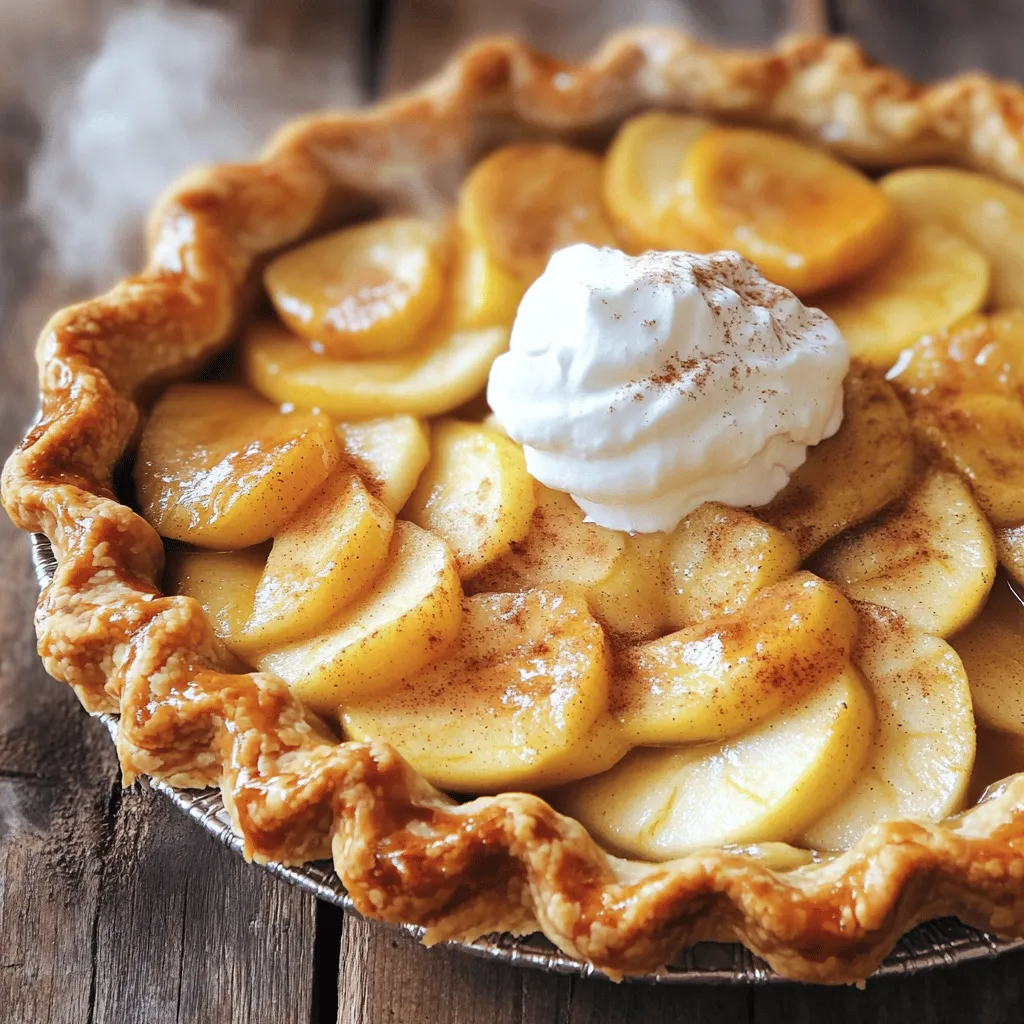 - 4 mittelgroße Äpfel (Granny Smith empfohlen) - 1 Tasse brauner Zucker - 1 Teelöffel Zimt - 1 Teelöffel Muskatnuss - 1 Esslöffel Zitronensaft Die Hauptzutaten für die magische Apfel-Pie sind frisch und lecker. Ich empfehle Granny Smith Äpfel. Ihr süß-saurer Geschmack passt perfekt. Brauner Zucker gibt der Füllung Tiefe. Zimt und Muskatnuss bringen Wärme in den Geschmack. Zitronensaft hilft, die Äpfel frisch zu halten. - 1 Tasse Weizenmehl - 1 Teelöffel Backpulver - ½ Teelöffel Salz - ½ Tasse ungesalzene Butter, geschmolzen - 2 große Eier - 1 Teelöffel Vanilleextrakt Für den Teig brauchen Sie einfache Zutaten. Weizenmehl gibt Struktur. Backpulver sorgt für das Aufgehen. Salz verstärkt die Aromen. Die geschmolzene Butter gibt dem Teig einen reichen Geschmack. Eier binden alles zusammen. Vanilleextrakt fügt eine süße Note hinzu. - Schlagsahne oder Vanilleeis zum Servieren (optional) Die Pie schmeckt am besten warm. Servieren Sie sie mit Schlagsahne oder Vanilleeis. Diese Optionen bringen eine leckere Kälte zur warmen Pie. Ein wenig Zimt obendrauf macht es noch besser! - Heize deinen Ofen auf 190°C (375°F) vor. - Nimm eine große Schüssel. Vermenge die Äpfel mit braunem Zucker, Zimt, Muskatnuss und Zitronensaft. - Rühre vorsichtig, bis die Äpfel gut beschichtet sind. Lass die Mischung etwa 10 Minuten stehen. Diese Zeit hilft den Aromen, sich gut zu vermischen. - Nimm eine separate Schüssel. Kombiniere Mehl, Backpulver und Salz. - In einer anderen Schüssel verquirle die geschmolzene Butter, Eier und Vanilleextrakt. - Mische die feuchten Zutaten mit den trockenen. Rühre, bis sie gerade so vermischt sind. Du willst einen zarten Teig, also übermische ihn nicht. - Fette eine 23 cm große Pie-Form ein. Gib die Hälfte des Teigs in die Form. - Verteile die Apfelmischung gleichmäßig über dem Teig. Achte darauf, die Äpfel sanft zu verteilen. - Löffel den restlichen Teig über die Füllung. Decke die Äpfel so gut wie möglich ab. - Backe die Pie im vorgeheizten Ofen für 30-35 Minuten. Sie ist fertig, wenn die Oberseite goldbraun ist. Ein Zahnstocher sollte sauber herauskommen. - Lass die Pie etwa 10-15 Minuten abkühlen. Während dieser Zeit garen die Äpfel weiter. Die Füllung setzt sich und die Pie wirkt, als ob sie verschwunden ist. Um einen tollen Teig zu machen, sollten Sie ihn nicht übermixen. Wenn Sie zu viel rühren, wird der Teig fest und zäh. Ein zarter Teig sorgt für eine luftige und schmackhafte Kruste. Mischen Sie die Zutaten nur, bis sie gerade verbunden sind. Die Temperatur der Zutaten ist ebenfalls wichtig. Kalte Butter und Eier geben dem Teig die richtige Konsistenz. Wenn die Butter zu warm ist, wird der Teig schwerer. Für beste Ergebnisse sollten Sie die Butter zuerst schmelzen und dann etwas abkühlen lassen. Die besten Äpfel für diese Pie sind Granny Smith. Diese Äpfel sind sauer und fest. Sie behalten ihre Form beim Kochen. Andere gute Optionen sind Honeycrisp oder Braeburn. Sie geben einen süßeren Geschmack. Schneiden Sie die Äpfel gleichmäßig in dünne Scheiben. So garen sie gleichmäßig in der Pie. Zu dicke Stücke werden nicht gut weich. Achten Sie darauf, die Kerne zu entfernen und die Schale abzuziehen. Für besondere Anlässe können Sie die Pie warm servieren. Ein Klecks Schlagsahne oder eine Kugel Vanilleeis passt perfekt. Ein Hauch Zimt auf der Sahne sieht toll aus. Dies gibt nicht nur Geschmack, sondern macht die Pie auch schöner. Denken Sie daran, die Pie in Stücke zu schneiden. So können alle Gäste probieren. Die magische Präsentation macht jeden Bissen besonders lecker! {{image_4}} Sie können den Magischen Apfel-Pie mit anderen Früchten aufpeppen. Kombinieren Sie die Äpfel mit Birnen. Diese Mischung bringt eine tolle Süße. Auch Beeren wie Himbeeren oder Blaubeeren passen gut. Sie geben eine frische Note und Farbe. Exotische Früchte sind ebenfalls eine Option. Versuchen Sie Mangos oder Ananas für einen neuen Geschmack. Diese Früchte machen den Pie noch spannender. Die Gewürze sind wichtig für den Geschmack. Zimt und Muskatnuss sind klassisch, aber Sie können mehr ausprobieren. Fügen Sie Ingwer oder Nelken hinzu, um einen würzigen Kick zu geben. Auch Kardamom kann eine tolle Ergänzung sein. Sie sollten die Gewürze anpassen, je nach Ihrem Geschmack. Wenn Sie es süßer mögen, fügen Sie mehr Zimt hinzu. Für eine weniger süße Variante nehmen Sie weniger Zucker. Für glutenfreie Varianten können Sie Mandelmehl oder Hafermehl verwenden. Diese Mehle geben einen anderen, aber leckeren Geschmack. Achten Sie darauf, das richtige Verhältnis zu finden. Für eine vegane Option ersetzen Sie die Eier. Nutzen Sie Apfelmus oder Leinsamen als Bindemittel. Auch die Butter kann ersetzt werden. Verwenden Sie Pflanzenöl oder vegane Margarine für den Teig. So können alle den Magischen Apfel-Pie genießen. - Bewahren Sie die Pie in einem luftdichten Behälter auf. - Stellen Sie die Pie bei Raumtemperatur für ein paar Tage auf. - Für längere Frische, lagern Sie sie im Kühlschrank. - Decken Sie die Pie mit Folie ab, um sie frisch zu halten. - Lassen Sie die Pie vollständig abkühlen, bevor Sie sie einfrieren. - Wickeln Sie die Pie in Frischhaltefolie und dann in Alufolie. - Legen Sie die Pie in einen Gefrierbehälter oder einen Gefrierbeutel. - Zum Auftauen, stellen Sie die Pie über Nacht in den Kühlschrank. - Sie können die Pie auch direkt im Ofen aufwärmen. - Im Kühlschrank hält die Pie bis zu 5 Tage. - Im Gefrierschrank kann sie bis zu 3 Monate bleiben. - Achten Sie auf Anzeichen von Verderb. - Wenn die Pie unangenehm riecht oder schimmelig aussieht, entsorgen Sie sie. Das Rezept ergibt etwa 8 Portionen. Wenn Sie die Pie in gleichmäßige Stücke schneiden, reicht sie gut für eine Familie oder kleine Gruppe. Jeder kann ein Stück genießen, und es bleibt vielleicht sogar noch für später übrig. Sie können die Pie ganz nach Ihrem Geschmack anpassen. Fügen Sie andere Früchte wie Birnen oder Beeren hinzu, um neue Aromen zu entdecken. Statt Zimt können Sie auch Muskat oder Ingwer verwenden. Wenn Sie eine nussige Note mögen, mischen Sie gehackte Nüsse in die Füllung. So wird Ihre Pie einzigartig und besonders. Ja, Sie können die Pie im Voraus zubereiten. Bereiten Sie sie bis zu dem Punkt vor, an dem sie gebacken wird. Wickeln Sie die ungebackene Pie in Frischhaltefolie und stellen Sie sie in den Kühlschrank. Wenn Sie bereit sind, sie zu backen, nehmen Sie sie heraus, lassen Sie sie etwas warm werden und backen Sie sie wie gewohnt. Sie können die Pie auch nach dem Backen aufwärmen. Einfach für ein paar Minuten bei 180°C (350°F) in den Ofen geben, bis sie warm ist. Dieser Blogbeitrag bietet Ihnen eine einfache Anleitung zur Herstellung eines köstlichen Apfelkuchens. Sie lernen die Hauptzutaten kennen und wie man einen perfekten Teig macht. Wir haben Tipps, wie Sie die Äpfel richtig auswählen und servieren können. Außerdem sind Variationen und Tipps zur Aufbewahrung enthalten. Lassen Sie Ihrer Kreativität freien Lauf und passen Sie das Rezept an Ihren Geschmack an. So wird Ihr Apfelkuchen jedes Mal ein Hit, egal wann Sie ihn zubereiten. Genießen Sie es!