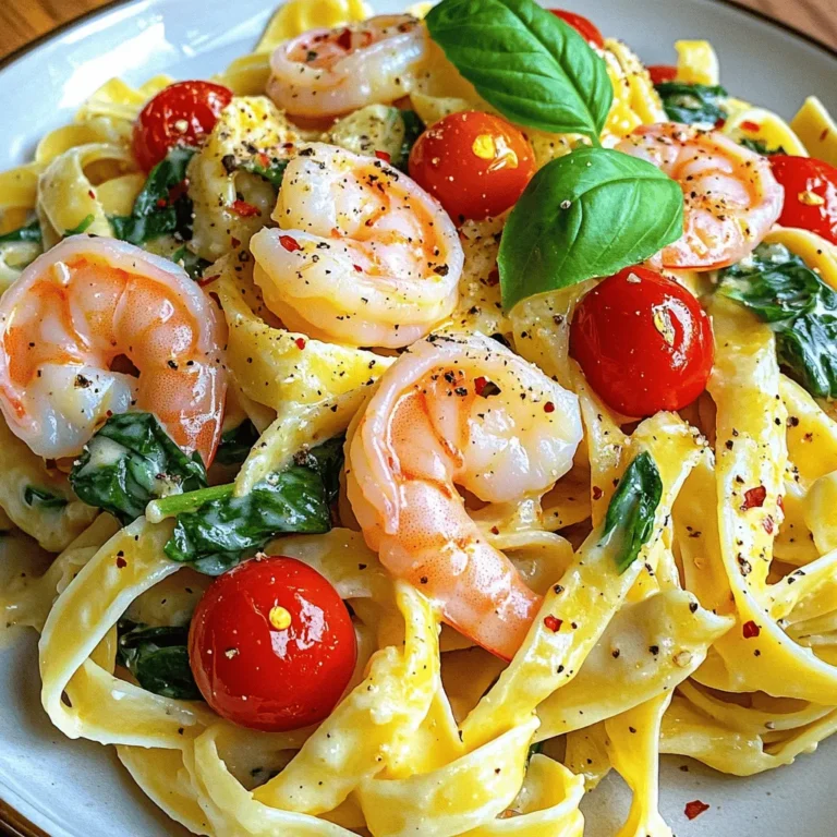 Um die Marry Me Shrimp Pasta zuzubereiten, brauchst du einige Hauptzutaten: - 225 g Fettuccine-Nudeln - 450 g große Garnelen, geschält und entdarmt - 3 Esslöffel Olivenöl - 4 Knoblauchzehen, fein gehackt - 1 Teelöffel rote Chiliflocken - 150 g Kirschtomaten, halbiert - 240 ml Schlagsahne - 100 g frisch geriebener Parmesan - 150 g Babyspinat - Salz und Pfeffer nach Geschmack - Frische Basilikumblätter zur Garnitur Diese Zutaten bringen den vollen Geschmack. Die Kombination aus Garnelen, Sahne und Parmesan sorgt für eine cremige Textur. Fettuccine passt perfekt, da sie die Sauce gut aufnehmen. Neben den Hauptzutaten kannst du einige zusätzliche Gewürze und Garnierungen hinzufügen: - Zitronensaft für Frische - Gehackte Petersilie für mehr Farbe - Extra Chiliflocken für mehr Schärfe Diese Gewürze heben den Geschmack hervor. Ein Spritzer Zitronensaft bringt Frische und Balance in das Gericht. Petersilie fügt eine schöne grüne Note hinzu. Die Wahl der Garnelen ist wichtig. Hier sind einige Tipps: - Kaufe große, frische Garnelen. Sie haben mehr Geschmack. - Achte darauf, dass die Garnelen rosa und fest sind. - Wenn möglich, wähle wilde Garnelen. Sie sind oft aromatischer. Frische Garnelen machen das Gericht besonders lecker. Achte auf die Qualität, um das beste Ergebnis zu erzielen. Bringe einen großen Topf mit Wasser zum Kochen. Füge viel Salz hinzu. Koche die Fettuccine nach den Anweisungen auf der Verpackung. Sie sollten al dente sein. Wenn sie fertig sind, gieße sie ab. Vergiss nicht, 240 ml Nudelwasser aufzuheben. Erhitze 2 Esslöffel Olivenöl in einer großen Pfanne bei mittlerer Hitze. Gib die Garnelen hinein. Würze sie mit Salz und Pfeffer. Brate sie 2-3 Minuten auf jeder Seite, bis sie rosa sind. Nimm die Garnelen aus der Pfanne und lege sie beiseite. Füge den restlichen Esslöffel Olivenöl in die gleiche Pfanne hinzu. Gib den gehackten Knoblauch und die Chiliflocken dazu. Brate sie für etwa 30 Sekunden an, bis sie gut riechen. Füge die Kirschtomaten hinzu und koche sie 2-3 Minuten. Sie sollen weich werden. Gieße die Schlagsahne in die Pfanne. Rühre gut um und lasse die Mischung einige Minuten köcheln. Gib nach und nach den geriebenen Parmesan hinzu. Rühre weiter, bis er schmilzt und die Sauce cremig ist. Gib die gekochten Garnelen und den Babyspinat zurück in die Pfanne. Rühre sanft, bis der Spinat verwelkt. Wenn die Sauce zu dick ist, füge nach und nach das reservierte Nudelwasser hinzu. Rühre weiter, bis die gewünschte Konsistenz erreicht ist. Füge die gekochten Fettuccine in die Pfanne. Mische alles gut, sodass die Pasta mit der cremigen Sauce bedeckt ist. Schmecke nach Bedarf mit Salz und Pfeffer ab. Richte die Marry Me Shrimp Pasta auf Tellern an. Garniere sie mit frischen Basilikumblättern. So sieht dein Gericht nicht nur lecker aus, es schmeckt auch himmlisch! Um die Sauce perfekt zu machen, sollten Sie frische Zutaten verwenden. Frischer Knoblauch bringt mehr Geschmack. Achten Sie darauf, die Kirschtomaten nur kurz zu garen. Sie sollen weich werden, aber nicht zerfallen. Verwenden Sie die richtige Mischung aus Sahne und Parmesan. Zu viel Parmesan macht die Sauce schwer. Fügen Sie den Käse langsam hinzu und rühren Sie gut. So wird die Sauce schön cremig. Chiliflocken sind toll, um einen Kick hinzuzufügen. Sie können die Menge leicht anpassen. Beginnen Sie mit einem Teelöffel. Probieren Sie die Sauce, bevor Sie mehr hinzufügen. Wenn Sie es schärfer mögen, fügen Sie einfach mehr hinzu. Denken Sie daran, dass Schärfe auch von der Art der Chiliflocken abhängt. Verwenden Sie milde oder scharfe Flocken, je nach Ihrem Geschmack. Zu Marry Me Shrimp Pasta passen viele Beilagen. Ein einfacher grüner Salat ist eine gute Wahl. Auch knuspriges Brot passt perfekt. Probieren Sie Baguette oder Focaccia. Diese Beilagen ergänzen die Cremigkeit der Pasta. Ein Glas Weißwein macht das Essen noch besser. Wählen Sie einen leichten Wein, der die Aromen nicht überdeckt. {{image_4}} Wenn Sie eine vegetarische Variante der Marry Me Shrimp Pasta möchten, ersetzen Sie die Garnelen durch Gemüse. Zucchini, Paprika und Auberginen sind tolle Optionen. Diese Gemüsesorten bringen Farbe und Geschmack in Ihr Gericht. Schneiden Sie das Gemüse in kleine Stücke und braten Sie es in Olivenöl an. Nutzen Sie die gleiche Zeit wie für die Garnelen. Das Gemüse wird zart und lecker. Für eine glutenfreie Version wählen Sie glutenfreie Fettuccine. Diese Pasta gibt es aus Reis, Mais oder Linsen. Kochen Sie sie nach den Anweisungen auf der Verpackung. Der Geschmack bleibt großartig und die Textur ist ähnlich. So genießen auch glutenempfindliche Gäste die Marry Me Shrimp Pasta. Seien Sie kreativ und probieren Sie andere Pasta-Sorten. Penne, Spaghetti oder Tagliatelle passen ebenfalls gut zu dieser Sauce. Jede Pasta hat ihren eigenen Charme. Kochen Sie die Pasta al dente und mischen Sie sie mit der Sauce. So haben Sie immer wieder neue Geschmackserlebnisse. Wenn Sie Pasta übrig haben, lassen Sie sie zuerst abkühlen. Geben Sie die Pasta dann in einen luftdichten Behälter. Diese Methode hält die Pasta frisch. Sie können die Pasta für bis zu drei Tage im Kühlschrank aufbewahren. Achten Sie darauf, die Sauce separat zu lagern, um die beste Qualität zu bewahren. Um die Pasta wieder aufzuwärmen, nutzen Sie eine Pfanne. Fügen Sie ein wenig Wasser oder Brühe hinzu. Erhitzen Sie die Pasta bei mittlerer Hitze. Rühren Sie regelmäßig um, damit sie gleichmäßig warm wird. So bleibt die Pasta lecker und cremig. Alternativ können Sie die Pasta auch in der Mikrowelle erhitzen. Nutzen Sie ein mikrowellengeeignetes Gefäß und decken Sie es ab. Um matschige Pasta zu vermeiden, achten Sie auf die Kochzeit. Kochen Sie die Fettuccine al dente. Lagern Sie die Pasta nicht in der Sauce, da sie die Nässe aufnimmt. Fügen Sie erst kurz vor dem Servieren die Sauce hinzu. Wenn Sie die Pasta aufwärmen, fügen Sie etwas Flüssigkeit hinzu. So bleibt die Textur perfekt. Marry Me Shrimp Pasta bleibt im Kühlschrank 3 bis 4 Tage frisch. Lagern Sie sie in einem luftdichten Behälter. So bleibt der Geschmack gut erhalten. Wenn Sie die Pasta einfrieren möchten, empfehlen sich Portionen. Im Gefrierfach hält sie bis zu 3 Monate. Ja, die Sauce können Sie im Voraus machen. Kochen Sie sie und lassen Sie sie abkühlen. Lagern Sie die Sauce im Kühlschrank bis zu 3 Tage. Wenn Sie bereit sind, die Pasta zu servieren, erwärmen Sie die Sauce sanft und fügen Sie die Garnelen und den Spinat hinzu. Zu dieser Pasta passen verschiedene Beilagen gut. Ein frischer grüner Salat ist eine tolle Wahl. Auch Knoblauchbrot ergänzt das Gericht perfekt. Für mehr Farbe können Sie gebratenes Gemüse anbieten. Diese Beilagen machen das Essen noch schmackhafter. Ja, dieses Rezept ist ideal für besondere Anlässe. Der cremige Geschmack und die Garnelen machen es festlich. Es eignet sich gut für Dates oder Dinnerpartys. Die Präsentation mit frischem Basilikum sieht zudem sehr ansprechend aus. Um das Gericht vegan zu machen, ersetzen Sie die Garnelen durch Tofu oder Gemüse. Verwenden Sie pflanzliche Sahne anstelle von Schlagsahne. Für den Käse nutzen Sie eine vegane Parmesan-Alternative. So bleibt der Geschmack lecker und die Textur ansprechend. Die Marry Me Shrimp Pasta bietet einfachen Genuss mit frischen Zutaten und toller Sauce. Ich habe die Schritte zur Zubereitung klar erklärt und hilfreiche Tipps gegeben. Diese Pasta passt gut zu vielen Beilagen und lässt sich leicht abwandeln, zum Beispiel für Vegetarier oder Glutenfreie. Denke daran, Reste richtig zu lagern, um den besten Geschmack zu erhalten. Mit diesen Anleitungen und Tipps wirst du deine Gäste garantiert begeistern. Viel Spaß beim Kochen und Genießen!