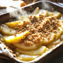 Für das Warmes Gewürz-Pflaumen Crisp benötigst du einige Hauptzutaten. Hier sind sie: - 4 reife Birnen, geschält und in Scheiben geschnitten - 1 Esslöffel Zitronensaft - 1 Teelöffel gemahlener Zimt - 1/2 Teelöffel gemahlene Muskatnuss - 1/4 Teelöffel gemahlener Ingwer - 1/4 Tasse brauner Zucker Die Birnen sind das Herz des Rezepts. Sie bringen eine süße und saftige Basis. Der Zitronensaft verhindert, dass die Birnen braun werden. Die Gewürze geben dem Crisp seinen besonderen Geschmack. Die Gewürze und der Zucker sind wichtig für den Geschmack. Zimt, Muskatnuss und Ingwer schaffen Wärme und Tiefe. Der braune Zucker rundet die Aromen ab. Du kannst die Menge der Gewürze nach deinem Geschmack anpassen. Mehr Zimt gibt einen stärkeren Geschmack. Die Kruste ist ein weiterer wichtiger Teil des Rezepts. Hier sind die Zutaten für die Kruste: - 1 Tasse Haferflocken - 1/2 Tasse Weizenmehl - 1/3 Tasse kalte Butter, gewürfelt - 1/4 Tasse grob gehackte Nüsse (Walnüsse oder Pekannüsse) - Eine Prise Salz Die Haferflocken sorgen für eine knusprige Textur. Das Mehl gibt der Kruste Stabilität. Kalte Butter hilft, die Kruste schön krümelig zu machen. Die Nüsse fügen einen tollen Crunch hinzu. Verwende deine Hände, um alles gut zu vermischen. So entsteht die perfekte Kruste für dein Crisp. Zuerst schälen Sie die Birnen. Schneiden Sie sie in dünne Scheiben. Dann geben Sie die Scheiben in eine große Schüssel. Fügen Sie einen Esslöffel Zitronensaft hinzu. Dies verhindert, dass die Birnen braun werden. Jetzt kommen die Gewürze. Geben Sie einen Teelöffel Zimt, einen halben Teelöffel Muskatnuss und einen viertel Teelöffel Ingwer dazu. Streuen Sie auch die 1/4 Tasse braunen Zucker hinein. Mischen Sie alles gut. Die Birnen sollten gleichmäßig mit den Gewürzen bedeckt sein. Übertragen Sie die Mischung in eine gefettete Auflaufform. Verteilen Sie die Birnen gleichmäßig. In einer separaten Schüssel kommen die trockenen Zutaten. Geben Sie eine Tasse Haferflocken und eine halbe Tasse Weizenmehl dazu. Fügen Sie die kalte, gewürfelte Butter hinzu. Es ist wichtig, die Butter kalt zu halten. Mischen Sie die Zutaten mit Ihren Händen oder einem Teigmixer. Ziel ist es, eine krümelige Mischung zu erreichen. Streuen Sie eine Prise Salz in die Mischung. Jetzt können Sie die gehackten Nüsse hinzufügen. Walnüsse oder Pekannüsse passen gut. Mischen Sie alles erneut gut durch. Heizen Sie Ihren Ofen vor auf 175 °C. Nehmen Sie die Auflaufform mit den Birnen. Verteilen Sie die Haferflockenmischung gleichmäßig darüber. Jetzt kommt das Wichtigste: Backen Sie das Crisp 30 bis 35 Minuten lang. Es ist fertig, wenn die Kruste goldbraun ist. Die Birnen sollten sprudelnd sein. Nehmen Sie das Crisp aus dem Ofen. Lassen Sie es kurz abkühlen, bevor Sie es servieren. Um das perfekte Crisp zu machen, achte auf reife Birnen. Sie sollten süß und saftig sein. Zitronensaft hilft, die Birnen frisch zu halten. Mische die Gewürze gut mit den Birnen. So verteilen sich die Aromen gleichmäßig. Die Butter für die Kruste sollte kalt sein. Dies hilft, die Kruste knusprig zu machen. Verteile die Haferflockenmischung gleichmäßig über die Birnen. Ein häufiger Fehler ist, die Birnen nicht richtig zu würzen. Achte darauf, dass jede Scheibe gut bedeckt ist. Ein zu heißer Ofen kann die Kruste verbrennen. Halte die Temperatur bei 175 °C und überwache das Crisp. Backe es nicht zu lange, sonst werden die Birnen matschig. Lass das Crisp nach dem Backen kurz abkühlen. Dadurch setzen sich die Aromen besser. Serviere das Warm Spiced Pear Crisp warm. Eine Kugel Vanilleeis darauf macht es noch besser. Bestreue das Crisp mit etwas Zimt für zusätzlichen Geschmack. Du kannst es auch mit gehackten Nüssen oder Schokolade verzieren. Ein frischer Minzblatt als Garnitur sieht toll aus. So wird das Gericht schmackhaft und einladend. {{image_4}} Du kannst dein Warmes Gewürz-Pflaumen Crisp leicht anpassen. Probiere Äpfel oder Pfirsiche. Diese Früchte bringen einen neuen Geschmack und eine andere Textur. Äpfel geben mehr Frische, während Pfirsiche süßer sind. Du kannst auch eine Mischung verwenden. Achte darauf, die Früchte gut zu schneiden. So garen sie gleichmäßig im Ofen. Für eine glutenfreie Version verwende einfach glutenfreies Mehl. Du kannst auch Haferflocken wählen, die als glutenfrei gekennzeichnet sind. Diese Optionen machen das Crisp für alle geeignet. Es bleibt lecker und knusprig. Du musst nur darauf achten, dass die Zutaten auch wirklich glutenfrei sind. So kannst du ohne Sorge genießen. Die Wahl der Nüsse macht einen großen Unterschied. Walnüsse und Pekannüsse sind beide toll, aber du kannst auch Mandeln oder Haselnüsse verwenden. Diese Nüsse bringen neuen Geschmack ins Crisp. Für ein extra Topping kannst du Kokosraspeln oder Schokoladenstückchen hinzufügen. Diese kleinen Extras machen dein Gericht noch einladender. Experimentiere mit verschiedenen Kombinationen, um deinen perfekten Geschmack zu finden. Um Reste Ihres warmen Gewürz-Pflaumen Crisps aufzubewahren, lassen Sie das Gericht zuerst abkühlen. Decken Sie es dann mit Frischhaltefolie oder einem Deckel ab. Wenn Sie eine Auflaufform verwenden, ist ein luftdichter Behälter eine gute Wahl. So bleiben die Aromen frisch und die Textur bleibt erhalten. Um das Crisp wieder warm zu machen, heizen Sie den Ofen auf 175 °C (350 °F) vor. Legen Sie das Crisp in eine Auflaufform und decken Sie es leicht mit Folie ab. So trocknet es nicht aus. Backen Sie es für etwa 15-20 Minuten, bis es warm ist. Alternativ können Sie auch die Mikrowelle nutzen. Erwärmen Sie das Crisp in kurzen Abständen, um eine Überhitzung zu vermeiden. Im Kühlschrank hält sich das Crisp etwa 3 bis 5 Tage. Achten Sie darauf, es gut abzudecken. Im Gefrierschrank können Sie das Crisp bis zu 3 Monate aufbewahren. Stellen Sie sicher, dass es in einem luftdichten Behälter ist. Lassen Sie es vor dem Servieren im Kühlschrank auftauen und erwärmen Sie es nach Belieben. Das Crisp bleibt im Kühlschrank etwa 3 bis 4 Tage frisch. Achten Sie darauf, es in einem luftdichten Behälter zu lagern. So bleibt der Geschmack erhalten. Wenn Sie eine größere Menge gemacht haben, können Sie es auch einfrieren. Dann hält es etwa 2 bis 3 Monate. Lassen Sie es vor dem Essen einfach im Kühlschrank auftauen. Ja, du kannst das Rezept ganz einfach vegan machen. Ersetze die Butter durch vegane Margarine oder Kokosöl. Verwende auch einen pflanzlichen Joghurt als Ersatz für die Eier. Achte darauf, dass der braune Zucker vegan ist. So bleibt der Geschmack lecker und die Textur bleibt gleich. Eine Kugel Vanilleeis passt perfekt dazu. Der kalte Eisgeschmack harmoniert schön mit dem warmen Crisp. Du kannst auch etwas Schlagsahne oder griechischen Joghurt verwenden. Diese Beilagen geben dem Gericht eine cremige Note. Ein Hauch Zimt darüber macht es noch besser. Zusammenfassend haben wir alle wichtigen Schritte zum Warmen Gewürz-Pflaumen Crisp besprochen. Wir haben die Hauptzutaten und deren Vorbereitung betrachtet. Ich habe dir Tipps gegeben, um häufige Fehler zu vermeiden und das Crisp perfekt zu servieren. Variationen und Lagerungshinweise helfen dir, das Beste aus deinem Dessert herauszuholen. Wenn du diese Tipps befolgst, gelingt dir das Crisp mühelos. Genieße es mit deinen Lieblingsbeilagen und erlebe den vollen Geschmack. Die Freude am Backen und Teilen dieser Leckerei wird dir gefallen.