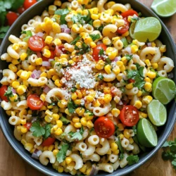 Für diesen leckeren Salat brauchst du: - 225 g Ellbogen-Makkaroni oder Pasta nach Wahl - 480 ml Maiskörnchen (frisch, gegrillt oder aus der Dose) - 1 rote Paprika, gewürfelt - 1 kleine rote Zwiebel, fein gehackt - 1/2 Tasse frischer Koriander, gehackt - 1 Jalapeño, entkernt und fein gehackt (optional für Schärfe) - 150 g Kirschtomaten, halbiert - 150 g Cotija-Käse, zerbröselt - 60 ml Mayonnaise - 60 ml Sauerrahm - Saft von 2 Limetten - 1 Teelöffel Chilipulver - Salz und Pfeffer nach Geschmack Diese Zutaten sorgen für einen frischen und knackigen Salat. Der Cotija-Käse verleiht dem Gericht eine cremige Note. Du kannst den Salat nach deinem Geschmack anpassen. Hier sind einige Ideen: - Ersetze die Ellbogen-Makkaroni durch Fusilli oder Penne. - Verwende schwarze Bohnen für mehr Protein. - Füge Avocado für eine cremige Textur hinzu. - Probiere verschiedene Käsesorten, wie Feta oder Parmesan. Diese Variationen lassen deinen Salat noch interessanter schmecken. Wenn du spezielle diätetische Bedürfnisse hast, gibt es viele Optionen: - Für eine vegane Version kannst du die Mayonnaise und den Sauerrahm durch pflanzliche Alternativen ersetzen. - Wenn du glutenfrei essen möchtest, wähle glutenfreie Pasta. - Für eine noch leichtere Option kannst du Zucchini-Nudeln statt Pasta verwenden. Diese Substitutionen helfen dir, den Salat ganz nach deinen Wünschen zu gestalten. Um die Pasta zuzubereiten, bringen Sie zuerst einen großen Topf mit Salzwasser zum Kochen. Fügen Sie 225 g Ellbogen-Makkaroni hinzu. Kochen Sie die Pasta nach den Anweisungen auf der Verpackung. Achten Sie darauf, dass sie al dente bleibt. Wenn die Pasta fertig ist, gießen Sie sie in ein Sieb ab. Lassen Sie sie dann abkühlen, während Sie die anderen Zutaten vorbereiten. In einer großen Schüssel mischen Sie die Zutaten. Geben Sie 480 ml Maiskörnchen, die gewürfelte rote Paprika und die fein gehackte Zwiebel dazu. Wenn Sie etwas Schärfe mögen, fügen Sie auch die gehackte Jalapeño hinzu. Die halbierten Kirschtomaten und den gehackten Koriander kommen ebenfalls hinein. Diese Mischung sorgt für Farbe und Geschmack. Sobald die Pasta abgekühlt ist, fügen Sie sie zur Schüssel hinzu. Mischen Sie alles gut durch, damit die Pasta die Aromen aufnimmt. Seien Sie vorsichtig, damit die Pasta nicht zerbricht. Für das Dressing benötigen Sie eine kleine Schüssel. Hier kombinieren Sie 60 ml Mayonnaise, 60 ml Sauerrahm und den Saft von 2 Limetten. Fügen Sie 1 Teelöffel Chilipulver sowie Salz und Pfeffer nach Geschmack hinzu. Rühren Sie alles gut um, bis es cremig wird. Gießen Sie das Dressing über die Pasta-Mischung. Mischen Sie erneut vorsichtig, bis alles gleichmäßig verteilt ist. Vergessen Sie nicht, den Cotija-Käse hinzuzufügen. Lassen Sie etwas Käse für die Garnitur übrig. So sieht der Salat frisch und einladend aus! Um den Geschmack zu intensivieren, nutzen Sie frische Zutaten. Grillen Sie die Maiskörner für ein rauchiges Aroma. Fügen Sie mehr Limettensaft hinzu für Frische. Ein Hauch von geräuchertem Paprika kann auch spannend sein. Experimentieren Sie mit frischen Kräutern wie Basilikum oder Petersilie. Diese helfen, den Salat noch lebendiger zu machen. Lagern Sie den Salat in einem luftdichten Behälter. So bleibt er frisch und knackig. Kühlen Sie ihn mindestens 30 Minuten vor dem Servieren. Dies hilft, die Aromen zu vermischen. Wenn Sie Reste haben, essen Sie sie innerhalb von drei Tagen. Vor dem Servieren, rühren Sie den Salat gut um. So verteilen sich die Aromen gleichmäßig. Servieren Sie den Salat in einer großen Schüssel. Garnieren Sie ihn mit extra Cotija-Käse und frischem Koriander. Fügen Sie Limettenviertel hinzu, um dem Gericht einen Frischekick zu geben. Verwenden Sie bunte Teller, um das Gericht noch einladender zu gestalten. Diese kleinen Details machen eine große Wirkung beim Servieren. {{image_4}} Um eine vegane Version zu machen, ersetzen Sie den Cotija-Käse. Sie können einen pflanzlichen Käse verwenden oder einfach weglassen. Statt Mayonnaise und Sauerrahm nutzen Sie pflanzliche Alternativen. Kokosnussjoghurt oder Cashewcreme sind gute Optionen. So bleibt der Salat frisch und lecker, auch ohne tierische Produkte. Für einen scharfen Kick fügen Sie mehr Jalapeños hinzu. Sie können auch andere Gewürze wie Cayennepfeffer oder geräuchertes Paprikapulver verwenden. Diese bringen mehr Geschmack und Wärme in den Salat. Ein Spritzer scharfer Sauce kann auch helfen, wenn Sie es richtig feurig mögen. Wenn Sie auf Kohlenhydrate achten, probieren Sie Zucchini oder Blumenkohl. Diese ersetzen die Pasta gut und schmecken toll. Zucchini können Sie spiralisieren oder in kleine Stücke schneiden. Blumenkohl können Sie dampfen und pürieren. Beide Optionen sind gesund und fügen dem Gericht eine andere Textur hinzu. Um den Street Corn Pasta Salad frisch zu halten, bewahre ihn in einem luftdichten Behälter auf. Du kannst eine große Schüssel verwenden und sie mit Frischhaltefolie abdecken. Dies hilft, die Aromen zu bewahren und den Salat kühl zu halten. Im Kühlschrank hält sich der Salat etwa drei bis fünf Tage. Die frischen Zutaten bleiben knackig, und die Aromen reifen. Überprüfe vor dem Essen, ob der Salat noch gut aussieht und riecht. Einfrieren ist nicht ideal für diesen Salat. Die Pasta und das Gemüse können beim Auftauen matschig werden. Wenn du dennoch Reste einfrieren möchtest, trenne die Dressing-Mischung von den anderen Zutaten. Lasse den Salat im Kühlschrank auftauen, bevor du ihn servierst. Street Corn Pasta Salad hält etwa 3 bis 5 Tage im Kühlschrank. Achte darauf, ihn in einem luftdichten Behälter zu lagern. So bleibt der Salat frisch und lecker. Nach ein paar Tagen kann der Geschmack etwas nachlassen. Ich empfehle, ihn vor dem Servieren kurz umzurühren. Ja, du kannst viele andere Gemüsesorten hinzufügen! Probier zum Beispiel Avocado, Erbsen oder Gurken. Diese Zutaten bringen frische und neue Aromen. Achte darauf, die Texturen und Farben zu kombinieren. Das macht deinen Salat noch ansprechender. Auf jeden Fall! Street Corn Pasta Salad ist perfekt für Grillpartys. Er ist kühl und erfrischend. Die Kombination aus Mais, Paprika und Käse macht ihn zu einem Hit. Du kannst ihn leicht vorbereiten und dann einfach servieren. Die Gäste werden sicher nach dem Rezept fragen! Street Corn Pasta Salad ist ein köstliches Main-Dish. Wir haben die Hauptzutaten und Variationen erklärt. Die Schritt-für-Schritt-Anleitung macht die Zubereitung einfach. Tipps für die Lagerung und Präsentation helfen dir, den Salat noch besser zu genießen. Du hast auch viele Möglichkeiten für besondere Diätbedürfnisse. Nun weißt du, wie du diesen leckeren Salat variieren und aufbewahren kannst. Experimentiere mit deinen eigenen Ideen!