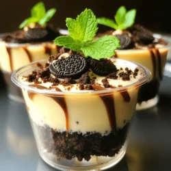 Für die No-Bake Oreo Cheesecake Cups brauchst du einige leckere Zutaten: - 20 Oreo-Kekse (zerkleinert) - 4 Esslöffel ungeklärte Butter (geschmolzen) - 225 g Frischkäse (weich) - 120 g Puderzucker - 1 Teelöffel Vanilleextrakt - 240 ml Schlagsahne - Zerbröselte Oreos zum Garnieren (optional) - Frische Minzblätter zur Dekoration (optional) Diese Zutaten geben dem Dessert seinen tollen Geschmack und die cremige Textur. Die Mengenangaben sind wichtig, um das beste Ergebnis zu erzielen. Wenn du weniger Portionen machen möchtest, kannst du die Zutaten einfach halbieren. Du kannst auch andere Kekse verwenden, z. B. Schokoladenkekse. Für eine leichtere Version kannst du fettarmen Frischkäse nutzen. Wähle frische Zutaten für den besten Geschmack. Kaufe Oreo-Kekse, die gut haltbar sind. Achte darauf, dass der Frischkäse weich und cremig ist. Butter sollte ungesalzen sein, um die Süße der Cheesecake-Mischung nicht zu beeinträchtigen. Frische Minzblätter sind eine schöne Dekoration und bringen Frische ins Dessert. Um die Keksbasis zu machen, nimm zuerst die 20 Oreo-Kekse. Zerbrich sie in kleine Stücke. Du kannst sie in einem Mixer zerkleinern oder in einem Beutel mit einem Nudelholz zerdrücken. Mische dann die zerbröselten Kekse mit 4 Esslöffeln geschmolzener Butter in einer großen Schüssel. Rühre alles gut um. Die Mischung sollte wie feuchter Sand aussehen. Verteile die Keksmasse gleichmäßig auf 6 Dessertbecher. Drücke sie mit einem Löffel fest, damit sie eine glatte Schicht bilden. Für die Füllung nimm 225 g weichen Frischkäse. Schlage ihn in einer separaten Schüssel mit einem Handmixer. Mische ihn 1-2 Minuten lang, bis er cremig ist. Gib dann 120 g Puderzucker und 1 Teelöffel Vanilleextrakt dazu. Mische weiter, bis alles gut vermischt ist. In einer anderen Schüssel schlage 240 ml Schlagsahne steif. Heben die geschlagene Sahne vorsichtig unter die Frischkäse-Mischung. Achte darauf, dass alles gut verbunden und samtig ist. Jetzt kommt der spaßige Teil! Verwende einen Löffel oder einen Spritzbeutel, um die Füllung gleichmäßig auf die Oreo-Kruste zu geben. Fülle die Becher bis zum Rand. Stelle die Becher dann für mindestens 4 Stunden in den Kühlschrank. So wird der Cheesecake fest und lecker. Vor dem Servieren kannst du die Becher nach Belieben mit zerbröselten Oreos und frischen Minzblättern dekorieren. Ein häufiger Fehler ist, die Oreo-Kekse zu grob zu zerbröseln. Sie sollten wie feiner Sand aussehen. Wenn die Kekse zu grob sind, bleibt die Kruste bröselig. Achte darauf, die Butter gut unterzumischen. Sie bindet die Kekse und macht die Kruste stabil. Ein weiterer Fehler ist, den Frischkäse nicht ausreichend zu schlagen. Er muss ganz glatt sein, um eine gute Füllung zu bekommen. Die Cheesecake Cups brauchen Zeit zum Kühlen. Stelle sie für mindestens 4 Stunden in den Kühlschrank. So wird die Füllung schön fest. Du kannst sie auch über Nacht kühlen, wenn du Zeit hast. Halte die Temperatur im Kühlschrank unter 4 Grad Celsius. Das sorgt dafür, dass sie frisch bleiben. Die Konsistenz ist wichtig für das Geschmackserlebnis. Schlage die Schlagsahne so, dass sie steif ist, aber nicht zu fest. Mische die Sahne langsam unter den Frischkäse. So bleibt die Füllung luftig und cremig. Wenn die Füllung zu dick ist, füge etwas Sahne hinzu. Achte darauf, dass du die Mischung nicht zu lange rührst, sonst wird sie schwer. {{image_4}} Für schokoladige Cheesecake Cups füge einfach geschmolzene Schokolade zur Frischkäsefüllung hinzu. Du kannst 100 g Zartbitterschokolade verwenden. Schmelze sie und mische sie gut unter den Frischkäse. Diese Variante hat einen intensiven Schokoladengeschmack und ist perfekt für Schokoladenliebhaber. Garnier die Cups mit Schokoladensauce oder Schokostreuseln für extra Genuss. Wenn du etwas Fruchtiges magst, probiere fruchtige Cheesecake Cups. Verwende Püree aus frischen Früchten wie Erdbeeren oder Himbeeren. Füge 100 g Püree direkt zur Frischkäsefüllung hinzu. Diese fruchtige Note macht die Cheesecake Cups leicht und erfrischend. Du kannst die Oberseite mit frischen Früchten dekorieren. Das sieht toll aus und macht die Cups noch leckerer. Für eine glutenfreie Version kannst du glutenfreie Kekse verwenden. Diese sind oft in Supermärkten erhältlich. Ersetze die Butter durch Kokosöl für eine vegane Option. Der Frischkäse kann durch veganen Frischkäse ersetzt werden. Achte darauf, pflanzliche Sahne für die Füllung zu verwenden. Diese Varianten sind ebenso cremig und köstlich, und jeder kann sie genießen. Um die Cheesecake Cups frisch zu halten, stelle sie in den Kühlschrank. Die kühle Temperatur hilft, die Cremigkeit zu bewahren. Verwende luftdichte Behälter oder Folie, um die Cups abzudecken. So bleiben sie vor anderen Gerüchen im Kühlschrank geschützt. Im Kühlschrank sind die Cheesecake Cups bis zu fünf Tage haltbar. Achte darauf, dass sie gut abgedeckt sind. Wenn du sie länger aufbewahren möchtest, kannst du sie auch einfrieren. Im Gefrierfach halten sie bis zu zwei Monate. Lass sie vor dem Servieren im Kühlschrank auftauen. Wenn du die Cheesecake Cups dekorieren möchtest, lagere die Deko separat. Zerbröselte Oreos und Minzblätter verlieren schnell ihre Frische. Füge sie kurz vor dem Servieren hinzu, um die beste Textur und den besten Geschmack zu erhalten. Die No-Bake Oreo Cheesecake Cups sind im Kühlschrank bis zu fünf Tage haltbar. Bewahre sie in einem luftdichten Behälter auf. So bleiben die Cups frisch und lecker. Wenn du sie länger aufbewahren möchtest, kannst du sie auch einfrieren. Sie bleiben im Gefrierfach bis zu drei Monate gut. Ja, du kannst andere Kekse verwenden. Probier Schokoladenkekse oder Butterkekse aus. Denke daran, dass der Geschmack und die Textur sich leicht ändern werden. Experimentiere mit verschiedenen Sorten, um deine perfekte Kombination zu finden. Um die Konsistenz der Füllung anzupassen, kannst du die Menge der Schlagsahne variieren. Für eine festere Füllung nimm weniger Schlagsahne. Für eine cremigere Füllung kannst du mehr hinzufügen. Achte darauf, die Schlagsahne sanft unterzuheben, um die Luftigkeit zu bewahren. Oreo Cheesecake Cups sind einfach und lecker. Wir haben die besten Zutaten gewählt und Tipps gegeben, um Fehler zu vermeiden. Die Anleitung hilft dir, die Basis und Füllung perfekt herzustellen. Verschiedene Variationen bieten für jeden Geschmack etwas. Denke an die richtige Lagerung, um die Frische zu bewahren. Kreiere deine eigenen tollen Cheesecake Cups und teile sie mit Freunden. Viel Spaß beim Ausprobieren!