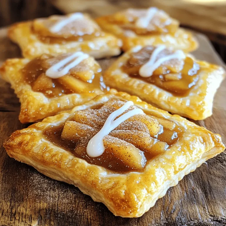 - 2 Tassen Weizenmehl - 1/2 Teelöffel Salz - 1 Esslöffel Zucker - 1 Tasse ungesalzene Butter, kühl und gewürfelt - 6 bis 8 Esslöffel Eiswasser Die Teigbasis ist wichtig für die Struktur der Pop Tarts. Das Weizenmehl gibt dem Teig Halt. Salz und Zucker fügen Geschmack hinzu. Die kalte Butter sorgt für eine zarte Textur. Eiswasser hilft, den Teig zusammenzubringen, ohne ihn zu überarbeiten. - 1/2 Tasse Apfelbutter - 1 Teelöffel gemahlener Zimt - 1 Esslöffel Zucker (für die Füllung) Diese Füllung bringt den echten Apfelgeschmack. Apfelbutter macht den Inhalt süß und cremig. Der Zimt fügt Wärme und Tiefe hinzu. Zucker verstärkt die Süße der Füllung. - 1/4 Tasse Puderzucker (für die Glasur) - 1 Esslöffel Milch (für die Glasur) - Zusätzlicher Zucker und Zimt zum Bestreuen Die Glasur macht die Pop Tarts besonders. Puderzucker und Milch verbinden sich zu einer süßen Glasur. Zucker und Zimt als Topping geben einen zusätzlichen Crunch und Geschmack. Um den Teig zu machen, beginne mit einer großen Schüssel. Vermische 2 Tassen Weizenmehl, 1/2 Teelöffel Salz und 1 Esslöffel Zucker. Diese Mischung sorgt für einen guten Geschmack. Dann füge 1 Tasse kalte, gewürfelte Butter hinzu. Mische die Butter mit den Fingern oder einem Teigmischer. Die Mischung sollte wie grobe Krümel aussehen. Jetzt kommt das Eiswasser. Gib 6 bis 8 Esslöffel dazu, einen Esslöffel nach dem anderen. Mische weiter, bis der Teig zusammenkommt. Teile den Teig in zwei Hälften und forme Scheiben. Wickele sie in Frischhaltefolie und lege sie für 30 Minuten in den Kühlschrank. So wird der Teig fest und leicht zu verarbeiten. Für die Füllung mische 1/2 Tasse Apfelbutter, 1 Teelöffel gemahlenen Zimt und 1 Esslöffel Zucker in einer Schüssel. Rühre gut um, bis alles gut vermischt ist. Die Füllung gibt den Pop Tarts einen tollen Geschmack. Heize den Ofen auf 190°C vor und lege ein Backblech mit Backpapier aus. Nimm eine Teigscheibe aus dem Kühlschrank und rolle sie auf einer bemehlten Fläche aus. Der Teig sollte etwa 3 mm dick sein. Schneide Rechtecke von 8x10 cm aus. Wiederhole das mit der anderen Teigscheibe, sodass du insgesamt etwa 8 Rechtecke hast. Lege die Hälfte der Teigrechtecke auf das Backblech. Gib jeweils 1 Esslöffel der Apfelbutter-Mischung in die Mitte jedes Rechtecks, aber lass einen Rand. Mische 1 Ei mit 1 Esslöffel Milch für die Eiwäsche. Bestreiche die Ränder der Rechtecke damit. Lege die anderen Teigrechtecke darauf und drücke die Ränder leicht zusammen. Dekoriere die Ränder mit einer Gabel. Bestreiche die Oberseiten mit der Eiwäsche und streue Zucker und Zimt darüber. Backe die Pop Tarts 20-25 Minuten, bis sie goldbraun sind. Lass sie abkühlen und bereite die Glasur vor. Mische 1/4 Tasse Puderzucker mit 1 Esslöffel Milch. Träufle die Glasur über die abgekühlten Pop Tarts. Um den Teig perfekt zu machen, beginne mit kalten Zutaten. Die Butter sollte gut gekühlt sein. Wenn du die Butter in die Mehlmischung einarbeitest, kratze die Schüssel oft. So vermeidest du, dass der Teig zu warm wird. Achte darauf, das Eiswasser langsam hinzuzufügen. Dadurch bleibt der Teig geschmeidig und bricht nicht. Teile den Teig in zwei Hälften und forme ihn zu Scheiben. Wickel sie in Frischhaltefolie und lass sie mindestens 30 Minuten im Kühlschrank ruhen. Die Füllung ist das Herzstück der Pop Tarts. Kombiniere die Apfelbutter mit gemahlenem Zimt und Zucker. So erhältst du einen tollen Geschmack. Probiere die Mischung vor dem Füllen. Wenn du mehr Süße möchtest, füge etwas Zucker hinzu. Du kannst auch eine Prise Muskatnuss für mehr Tiefe verwenden. Achte darauf, die Füllung gleichmäßig auf die Teigrechtecke zu verteilen. Lass einen Rand frei, damit sie gut verschlossen sind. Die Backzeit ist entscheidend für knusprige Pop Tarts. Heize den Ofen auf 190°C vor. Backe die Pop Tarts 20-25 Minuten. Überprüfe sie gegen Ende der Zeit. Die Oberseite sollte goldbraun sein. Wenn du sie herausnimmst, lass sie kurz abkühlen. So bleibt die Füllung schön saftig. Während sie abkühlen, bereite die Glasur vor. Träufle die Glasur über die abgekühlten Teilchen. Das sieht nicht nur toll aus, sondern schmeckt auch fantastisch. {{image_4}} Wenn du keine Apfelbutter hast, keine Sorge! Du kannst andere Fruchtaufstriche verwenden. Hier sind einige tolle Optionen: - Pflaumenmus: Gibt einen tiefen, süßen Geschmack. - Birnenmus: Leicht und frisch, perfekt für den Frühling. - Himbeermarmelade: Für eine fruchtige Note mit einem Hauch von Säure. Jede dieser Alternativen bringt ihren eigenen Geschmack. Experimentiere und finde deine Lieblingskombination! Um diese Teilchen vegan zu machen, ersetze einige Zutaten. Hier sind einige einfache Anpassungen: - Butter: Verwende vegane Butter oder Kokosöl. - Ei: Nutze eine Mischung aus Leinsamen und Wasser oder Apfelmus als Ei-Ersatz. - Milch: Ersetze Milch durch pflanzliche Alternativen wie Mandel- oder Hafermilch. Diese Anpassungen machen die Teilchen lecker und vegan! Zimt ist klassisch, aber du kannst auch andere Gewürze ausprobieren. Hier sind einige Ideen: - Muskatnuss: Fügt eine warme, nussige Note hinzu. - Ingwer: Bringt etwas Schärfe und Wärme. - Vanille: Macht die Füllung süßer und aromatischer. Diese Gewürze geben deinen Pop Tarts einen neuen und interessanten Geschmack. Sei kreativ und finde deine perfekte Mischung! Um die Zimt-Zucker Apfelbutter-Teilchen frisch zu halten, lege sie in einen luftdichten Behälter. Du kannst sie bei Raumtemperatur lagern, wenn du sie schnell isst. Wenn nicht, stelle sie in den Kühlschrank. So bleiben die Teilchen bis zu einer Woche gut. Du kannst die Pop Tarts auch einfrieren. Wickele sie einzeln in Frischhaltefolie ein und lege sie in einen Gefrierbeutel. Sie halten sich gut bis zu drei Monate. Zum Essen lasse sie einfach im Kühlschrank auftauen oder backe sie direkt aus dem Gefrierfach. Die Haltbarkeit der Teilchen hängt von der Lagerung ab. Bei Raumtemperatur sind sie frisch für etwa drei Tage. Im Kühlschrank halten sie eine Woche. Im Gefrierfach bleiben sie bis zu drei Monate genießbar. Achte darauf, sie richtig zu lagern, um den besten Geschmack zu erhalten. Du kannst die Pop Tarts bis zu fünf Tage in einem luftdichten Behälter aufbewahren. Lagere sie an einem kühlen, trockenen Ort. Wenn du sie länger aufbewahren möchtest, friere sie ein. So bleiben sie bis zu drei Monate frisch. Achte darauf, die Pop Tarts in Frischhaltefolie einzuwickeln, bevor du sie in den Gefrierschrank legst. Ja, du kannst die Füllung nach deinem Geschmack anpassen! Probiere verschiedene Fruchtbutter wie Birne oder Pfirsich. Du kannst auch Nüsse, Schokolade oder andere Gewürze hinzufügen. Lass deiner Kreativität freien Lauf! Jede Füllung bringt einen eigenen Geschmack und Stil in die Pop Tarts. Beim Backen in einem Umluftofen solltest du die Temperatur um etwa 20 Grad Celsius senken. Das sorgt für gleichmäßiges Backen. Achte darauf, die Pop Tarts auf dem mittleren Rost zu backen. Drehe das Blech nach der Hälfte der Backzeit, damit sie gleichmäßig braun werden. Überprüfe die Pop Tarts regelmäßig, um ein Anbrennen zu vermeiden. Du hast nun alle wichtigen Punkte für deine eigenen Pop Tarts. Wir haben die Zutaten, die Schritt-für-Schritt-Anleitung und viele hilfreiche Tipps besprochen. Über Variationen und Lagerung hast du auch neue Ideen bekommen. Denke daran, dass du die Füllung nach deinem Geschmack anpassen kannst. Experimentiere mit verschiedenen Geschmäckern und genieße deine frisch gebackenen Pop Tarts. Mit diesen Grundlagen bist du bereit, kreativ zu werden!