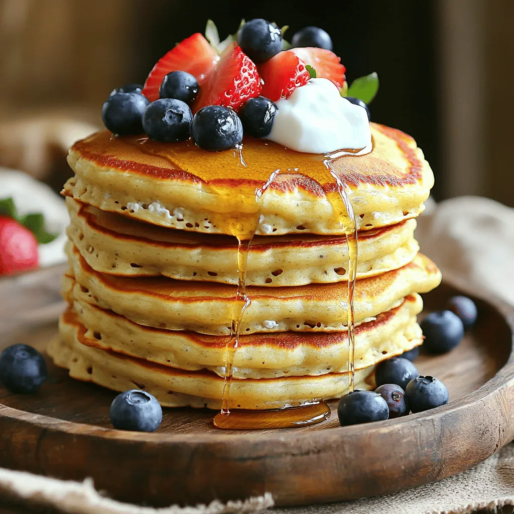 Die Hauptbestandteile für die proteinreichen Quark-Pfannkuchen sind einfach und gesund. Hier ist, was du brauchst: - 1 Tasse Quark - 1/2 Tasse Haferflocken - 3 große Eier - 1 Teelöffel Vanilleextrakt - 1 Teelöffel Backpulver - 1/4 Teelöffel Zimt - Eine Prise Salz Quark gibt den Pfannkuchen ihre Proteinbasis. Haferflocken fügen Ballaststoffe hinzu, was sie sättigender macht. Die Eier sorgen für eine gute Konsistenz und helfen beim Aufgehen. Du kannst die Pfannkuchen noch interessanter machen. Hier sind einige tolle Ideen: - Kokosöl oder Butter zum Braten - Frisches Obst, wie Beeren oder Bananen - Honig oder Joghurt als Topping Diese Zutaten bringen nicht nur Geschmack, sondern auch Farbe auf den Teller. Die Kombination aus Quark, Haferflocken und frischem Obst macht die Pfannkuchen zum Genuss. Wenn du die besten Zutaten auswählst, achte auf die Qualität. Hier sind einige Tipps: - Wähle frischen Quark ohne Zuckerzusatz. Er hat mehr Geschmack und ist gesünder. - Verwende biologische Eier, wenn möglich. Sie sind oft nährstoffreicher. - Achte darauf, dass die Haferflocken ungesüßt sind. So kontrollierst du den Zuckergehalt. - Frisches Obst solltest du nach Saison auswählen. Es schmeckt besser und hat mehr Nährstoffe. Die Auswahl der richtigen Zutaten macht einen großen Unterschied für den Geschmack deiner Pfannkuchen. Um den Teig für die Pfannkuchen zu machen, nehme ich zuerst eine große Schüssel oder einen Mixer. Ich gebe 1 Tasse Quark, 1/2 Tasse Haferflocken, 3 große Eier, 1 Teelöffel Vanilleextrakt, 1 Teelöffel Backpulver, 1/4 Teelöffel Zimt und eine Prise Salz hinein. Ich mische alles gut, bis die Mischung glatt ist. Der Teig sollte dick, aber nicht zu fest sein. Wenn es zu fest ist, kann ich ein wenig Wasser oder Milch hinzufügen. Ich heize eine beschichtete Pfanne bei mittlerer Hitze vor. Dann gebe ich etwas Kokosöl oder Butter in die Pfanne. Nun nehme ich eine 1/4 Tasse des Teigs und gieße ihn in die Pfanne. Ich brate die Pfannkuchen für 2-3 Minuten, bis sich Blasen auf der Oberfläche bilden. Wenn die Ränder fest aussehen, wende ich den Pfannkuchen vorsichtig um. Ich brate die andere Seite für weitere 2-3 Minuten, bis sie goldbraun ist. Es ist wichtig, die Pfannkuchen warm zu halten, während ich den restlichen Teig brate. Für die Präsentation stapel ich die fertigen Pfannkuchen auf einem schönen Teller. Ich serviere sie warm und garniere sie mit frischem Obst, einem Schuss Honig oder einem Klecks Joghurt. Diese Ergänzungen machen die Pfannkuchen noch leckerer und gesünder. Die Farben des Obstes machen das Gericht auch optisch ansprechend. Beim Kochen gibt es oft kleine Fehler, die die Pfannkuchen ruinieren können. Ein häufiger Fehler ist, den Teig zu lange zu mixen. Mixe die Zutaten nur, bis sie gut vermischt sind. Wenn du zu lange rührst, wird der Teig zäh. Achte darauf, die Pfanne richtig zu heizen. Eine zu kalte Pfanne macht die Pfannkuchen matschig. Verwende auch genug Fett in der Pfanne, damit die Pfannkuchen nicht ankleben. Der optimale Gargrad ist wichtig für den Genuss. Du erkennst, dass die Pfannkuchen bereit zum Wenden sind, wenn sich Blasen auf der Oberfläche bilden. Die Ränder sollten fest aussehen. Brate sie dann etwa 2-3 Minuten auf der anderen Seite, bis sie goldbraun sind. Achte darauf, die Hitze nicht zu hoch einzustellen. Zu hohe Hitze kann die Außenseite verbrennen, während die Innenseite noch roh bleibt. Du kannst das Rezept leicht anpassen. Für mehr Protein füge einen Löffel Proteinpulver hinzu. Wenn du es süßer magst, kannst du etwas Honig oder Ahornsirup in den Teig mixen. Probiere auch verschiedene Obstsorten als Topping. Bananen oder Beeren passen sehr gut. Wenn du einen anderen Geschmack willst, kannst du verschiedene Gewürze wie Muskatnuss oder Kardamom ausprobieren. {{image_4}} Um den Proteingehalt Ihrer Quark-Pfannkuchen zu erhöhen, können Sie verschiedene Zutaten hinzufügen. Hier sind einige Ideen: - Protein-Pulver: Fügen Sie eine Portion Ihres Lieblings-Protein-Pulvers hinzu. Es ist einfach und erhöht den Nährwert. - Hülsenfrüchte: Mischen Sie pürierte Kichererbsen oder schwarze Bohnen in den Teig. Das gibt eine cremige Textur und mehr Protein. - Nüsse oder Samen: Fügen Sie gemahlene Mandeln oder Leinsamen hinzu. Sie sorgen für einen zusätzlichen Crunch und gute Fette. Wenn Sie eine vegane Variante möchten, sind einige einfache Anpassungen nötig: - Quark ersetzen: Verwenden Sie pflanzlichen Quark oder Seidentofu. Diese sind eine tolle Basis für Ihren Teig. - Eiersatz: Nutzen Sie Leinsamen- oder Chiasamen-Gel. Mischen Sie 1 Esslöffel Samen mit 2,5 Esslöffeln Wasser. Lassen Sie es einige Minuten quellen, bevor Sie es verwenden. - Milchalternativen: Ersetzen Sie die Eier mit einer pflanzlichen Milch, wie Mandel- oder Hafermilch. Um den Pfannkuchen geschmacklich zu variieren, können Sie verschiedene Gewürze und Aromen hinzufügen: - Zimt: Eine Prise Zimt gibt dem Teig Wärme und Tiefe. - Vanille: Der Vanilleextrakt ist schon im Rezept, aber Sie können auch echte Vanille verwenden. - Kakaopulver: Fügen Sie etwas Kakaopulver für eine schokoladige Note hinzu. - Zitronenschale: Ein wenig Zitronenschale bringt Frische in den Teig. Experimentieren Sie mit diesen Vorschlägen, um Ihre perfekten Quark-Pfannkuchen zu kreieren! Um die Pfannkuchen frisch zu halten, lassen Sie sie abkühlen. Legen Sie die Pfannkuchen in einen luftdichten Behälter. Sie können auch Backpapier zwischen die Pfannkuchen legen. So vermeiden Sie, dass sie zusammenkleben. Bewahren Sie sie im Kühlschrank auf. So bleiben sie bis zu drei Tage frisch. Zum Aufwärmen legen Sie die Pfannkuchen in eine Pfanne. Erwärmen Sie sie bei mittlerer Hitze. Alternativ können Sie sie in der Mikrowelle aufwärmen. Decken Sie die Pfannkuchen mit einem feuchten Papiertuch ab. So bleiben sie saftig und weich. Erwärmen Sie sie jeweils für 20-30 Sekunden. Im Kühlschrank halten die Pfannkuchen bis zu drei Tage. Im Gefrierschrank können sie bis zu zwei Monate lagern. Wickeln Sie die Pfannkuchen in Frischhaltefolie ein, bevor Sie sie einfrieren. So schützen Sie sie vor Frostbrand. Zum Auftauen legen Sie sie einfach in den Kühlschrank. Diese Pfannkuchen sind sehr proteinreich. Eine Tasse Quark hat etwa 28 Gramm Protein. Dazu kommen die Eier, die etwa 6 Gramm pro Stück liefern. Insgesamt haben die Pfannkuchen also etwa 50 Gramm Protein. Dies macht sie zu einem großartigen Frühstück, besonders wenn du Muskeln aufbauen oder deinen täglichen Proteinbedarf decken möchtest. Ja, du kannst den Quark ersetzen. Griechischer Joghurt ist eine gute Wahl. Er hat einen ähnlichen Geschmack und eine ähnliche Textur. Du kannst auch Seidentofu verwenden, wenn du eine vegane Option suchst. Achte darauf, die Mengen anpassen, damit der Teig die richtige Konsistenz hat. Um die Pfannkuchen süßer zu machen, füge einfach mehr Süße hinzu. Du kannst Honig oder Ahornsirup in den Teig geben. Eine halbe Banane oder etwas Zucker sind auch gute Optionen. Du kannst auch frische Beeren oder Schokoladenstückchen als Topping verwenden. Das macht sie noch leckerer! Zusammenfassend haben wir die Zutaten und deren Auswahl besprochen. Ich habe dir Schritt-für-Schritt gezeigt, wie du perfekte Pfannkuchen zubereitest. Tipps helfen dir, Fehler zu vermeiden und Variationen anzupassen. Auch Lagerhinweise und Antworten auf häufige Fragen sind wichtig. Du kannst jetzt sicher leckere Pfannkuchen zubereiten. Experimentiere mit verschiedenen Aromen und genieße das Ergebnis!