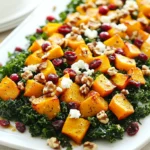 - 1 mittlerer Butternut-Kürbis, geschält und gewürfelt - 4 Tassen Grünkohl, Stiele entfernt und gehackt - 1/2 Tasse getrocknete Cranberries - 1/2 Tasse Walnüsse, grob gehackt - 1/4 Tasse Feta-Käse, zerbröckelt Der Butternut-Kürbis ist süß und nussig. Er bringt Farbe und Geschmack in den Salat. Grünkohl ist ein super gesundes Blattgemüse. Er gibt dem Salat eine schöne Textur. Getrocknete Cranberries fügen Süße hinzu. Sie sind auch eine tolle Farbquelle. Walnüsse bringen Crunch und gesunde Fette. Der Feta-Käse sorgt für einen cremigen, salzigen Akzent. - 2 Esslöffel Olivenöl - 1 Teelöffel gemahlener Zimt - 1/2 Teelöffel Muskatnuss - Salz und Pfeffer nach Geschmack Olivenöl macht den Salat reichhaltig. Es hilft auch beim Rösten des Kürbisses. Zimt und Muskatnuss bringen warme Aromen. Sie passen gut zu Kürbis. Salz und Pfeffer sind wichtig. Sie bringen alle Aromen zusammen. - 2 Esslöffel Apfelessig - 1 Esslöffel Honig oder Ahornsirup Der Apfelessig bringt Säure in den Salat. Er hilft, die Aromen frisch zu halten. Honig oder Ahornsirup fügen eine süße Note hinzu. So balancieren sie die anderen Zutaten aus. Dieses Dressing ist einfach und lecker. Es passt perfekt zu unserem Salat. - Heizen Sie Ihren Ofen auf 220°C vor. Das sorgt für eine schöne Röstung. - Würfeln Sie den Butternut-Kürbis. Die Stücke sollten gleich groß sein. - In einer großen Schüssel vermengen Sie die Kürbiswürfel mit 2 Esslöffeln Olivenöl, 1 Teelöffel Zimt, 1/2 Teelöffel Muskatnuss, Salz und Pfeffer. Rühren Sie gut um, bis alles gleichmäßig bedeckt ist. - Breiten Sie den gewürzten Kürbis auf einem Backblech aus. Achten Sie darauf, dass die Stücke sich nicht überlappen. - Rösten Sie den Kürbis 25-30 Minuten lang. Wenden Sie die Stücke nach der Hälfte der Zeit. So wird der Kürbis gleichmäßig gar und bekommt eine tolle Farbe. - Nehmen Sie den gehackten Grünkohl und massieren Sie ihn mit einer Prise Salz. Machen Sie dies etwa 2 Minuten lang. Der Grünkohl wird zart und welkt leicht. - In einer großen Schüssel kombinieren Sie den massierten Grünkohl mit 1/2 Tasse getrockneten Cranberries, 1/2 Tasse grob gehackten Walnüssen und 1/4 Tasse zerbröckeltem Feta-Käse. Mischen Sie alles gut. - Lassen Sie den gerösteten Kürbis kurz abkühlen. Fügen Sie ihn dann zu dem Salat hinzu. Um den besten Geschmack zu erreichen, röste den Butternut-Kürbis richtig. - Gleichmäßige Garung: Lege die Kürbiswürfel in einer einzigen Schicht auf das Backblech. So garen sie gleichmäßig. Wende die Stücke nach der Hälfte der Röstzeit. Dadurch bekommst du eine schöne, zarte Textur. - Karamellisierung verbessern: Stelle sicher, dass du genug Olivenöl verwendest. Es hilft, die natürliche Süße des Kürbisses zu betonen. Zimt und Muskatnuss bringen zusätzlichen Geschmack. Die Vorbereitung des Grünkohls ist wichtig für die Textur. - Massierte Grünkohl-Zubereitung: Nimm frischen Grünkohl und massiere ihn mit einer Prise Salz. Das macht ihn zarter und schmackhafter. Massiere den Grünkohl etwa zwei Minuten lang, bis er leicht welk ist. - Alternativen für Feta-Käse: Wenn du keinen Feta magst, kannst du auch Ziegenkäse oder einen pflanzlichen Käse verwenden. Diese Optionen bringen neue Aromen in den Salat. Die Präsentation ist der Schlüssel zu einem ansprechenden Salat. - Präsentationstipps: Serviere den Salat auf einer großen Platte. Lege die gerösteten Kürbisstücke obenauf. Das sieht schön aus und macht den Salat einladend. - Garnierungen: Streue zusätzliche Walnüsse und Cranberries über den Salat. Sie fügen Textur und Farbe hinzu. So wird dein Gericht nicht nur köstlich, sondern auch optisch ansprechend. {{image_4}} Fügen Sie saisonale Gemüse hinzu, um die Vielfalt zu erhöhen. Rote Paprika oder Zucchini passen gut. Sie bringen frische Farben und Geschmäcker. Proteinoptionen sind ebenfalls wichtig. Gegrilltes Hühnchen macht den Salat sättigender. Kichererbsen sind eine tolle vegane Wahl. Sie sind nahrhaft und liefern einen schönen Biss. Für vegane Anpassungen können Sie pflanzliche Käsealternativen verwenden. Produkte aus Cashew oder Mandel sind ideal. Sie bringen einen ähnlichen Geschmack wie Feta. Ändern Sie das Dressing, um es vegan zu machen. Ersetzen Sie Honig durch Agavendicksaft oder Dattelsirup. So bleibt der süße Geschmack erhalten. Ein selbstgemachtes Dressing macht den Salat besonders lecker. Mischen Sie Olivenöl mit Zitrone oder Senf. Dies gibt eine frische Note. Sie können auch verschiedene Essigsorten ausprobieren. Balsamico oder Rotweinessig passen gut. Experimentieren Sie mit diesen Optionen, um Ihren perfekten Salat zu finden. Um den Salat frisch zu halten, bewahre ihn im Kühlschrank auf. Eine gute Wahl sind luftdichte Behälter. Diese verhindern, dass der Salat austrocknet oder Gerüche aufnimmt. Du kannst den Salat auch in einer großen Schüssel mit Frischhaltefolie abdecken. So bleibt er frisch und knackig. Der Röster Butternut-Kürbis Grünkohl-Salat hält sich im Kühlschrank etwa 3 bis 4 Tage. Achte darauf, dass alle Zutaten gut abgedeckt sind. Wenn du Zutaten wie Feta oder Cranberries vorbereitet hast, lagere sie separat. So bleiben sie länger frisch. Wenn du den gerösteten Kürbis aufwärmen möchtest, benutze den Ofen. So bleibt der Geschmack am besten erhalten. Heize den Ofen auf 180°C vor und lege den Kürbis auf ein Backblech. Backe ihn für etwa 10 Minuten. Du kannst auch die Mikrowelle nutzen, aber der Kürbis wird nicht so knusprig. Erwärme ihn in der Mikrowelle für 1 bis 2 Minuten. Achte darauf, dass du ihn nicht zu lange erhitzt. Der Salat hält sich im Kühlschrank etwa 3 bis 4 Tage. Um die Frische zu bewahren, stelle sicher, dass du ihn in einem luftdichten Behälter aufbewahrst. Die Aromen können sich sogar noch verbessern, je länger der Salat steht, aber der Grünkohl wird nach ein paar Tagen matschig. Überprüfe den Salat vor dem Essen immer auf Geruch und Aussehen. Ja, du kannst frischen Grünkohl verwenden. Frischer Grünkohl hat einen knackigen Biss und einen stärkeren Geschmack. Wenn du ihn verwendest, musst du ihn gut massieren. Dies hilft, die Blätter zart zu machen. Du kannst auch andere Arten von Grünkohl ausprobieren. Zum Beispiel hat Lacinato-Grünkohl einen milden Geschmack und eine glattere Textur. Absolut! Dieser Salat ist perfekt für Meal Prep. Du kannst die verschiedenen Zutaten separat lagern. Röste den Kürbis und lagere ihn in einem Behälter. Massiere den Grünkohl und lege ihn in einen anderen Behälter. So bleibt alles frisch. Mische die Zutaten erst kurz vor dem Essen. So schmeckt der Salat immer frisch und lecker. Dieser Beitrag hat Ihnen einen umfassenden Überblick über die Zutaten und Zubereitung eines köstlichen Salats gegeben. Sie haben gelernt, wie Sie Butternut-Kürbis und Grünkohl richtig vorbereiten und rösten. Es gibt zahlreiche Tipps, um den Salat perfekt anzurichten und zu variieren. Nutzen Sie diese Informationen, um kreative Anpassungen zu machen und frische Zutaten zu integrieren. Der Schlüssel liegt darin, den Salat frisch zu halten und in den besten Behältern zu lagern. Viel Spaß beim Ausprobieren dieser gesunden Rezepte!