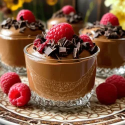 Die Hauptzutaten für diese Mousse sind einfach und lecker. Du brauchst: - 1 Tasse Hüttenkäse - 1/2 Tasse ungesüßtes Kakaopulver - 1/4 Tasse Honig oder Ahornsirup - 1 Teelöffel Vanilleextrakt - 1/4 Teelöffel Salz - 1/2 Tasse Schlagsahne, steif geschlagen - Zartbitter-Schokoladenspäne oder Kakaonibs zur Garnitur - Frische Beeren (Himbeeren oder Erdbeeren) zum Servieren Mit diesen Zutaten schaffst du eine tolle Mischung aus Cremigkeit und Schokolade. Wenn du einige Zutaten nicht hast, gibt es gute Alternativen. Statt Hüttenkäse kannst du auch griechischen Joghurt verwenden. Das gibt eine ähnliche Textur. Für den Süßstoff kannst du auch Stevia oder Agavendicksaft nehmen. Wenn du keinen Honig magst, ist Ahornsirup eine süße Option. Verwende Vanillepaste, wenn du das Aroma intensivieren willst. Wähle frische und hochwertige Zutaten. Achte beim Hüttenkäse auf die Konsistenz; er sollte cremig und glatt sein. Das Kakaopulver sollte ungesüßt und von guter Qualität sein. Prüfe die Zutatenliste, um sicherzustellen, dass keine zusätzlichen Stoffe enthalten sind. Frische Beeren sind am besten, wenn sie fest und saftig sind. Eine gute Schlagsahne macht den Unterschied in der Mousse. Suche nach Sahne mit hohem Fettgehalt für mehr Geschmack und Stabilität. Beginne mit den Zutaten. Du brauchst: - 1 Tasse Hüttenkäse - 1/2 Tasse ungesüßtes Kakaopulver - 1/4 Tasse Honig oder Ahornsirup - 1 Teelöffel Vanilleextrakt - 1/4 Teelöffel Salz - 1/2 Tasse Schlagsahne, steif geschlagen - Zartbitter-Schokoladenspäne oder Kakaonibs - Frische Beeren wie Himbeeren oder Erdbeeren Sammle alles, bevor du anfängst. So sparst du Zeit und Chaos. Nimm einen Mixer oder eine Küchenmaschine. Gib Hüttenkäse, Kakaopulver, Honig, Vanilleextrakt und Salz hinein. Mixe alles gut, bis die Mischung cremig ist. Achte darauf, dass keine Klumpen bleiben. Die Mischung sollte gleichmäßig und glatt sein. Das schmeckt später besser! Nimm die steif geschlagene Schlagsahne. Füge sie vorsichtig zur Schokoladenmischung hinzu. Verwende einen Spatel und falte die Sahne langsam unter. So bleibt die Mousse schön luftig. Übertreibe es nicht. Du willst die Luftigkeit nicht verlieren! Probiere die Mischung. Vielleicht magst du es süßer? Füge dann mehr Honig oder Ahornsirup hinzu. Verteile die fertige Mousse in kleine Tassen. Du kannst eine Spritztüte verwenden oder einfach einen Löffel nehmen. Stelle die Tassen für mindestens 2 Stunden in den Kühlschrank. Das hilft der Mousse, fest zu werden. Garniere sie dann mit Schokoladenspänen und frischen Beeren. So sieht es toll aus und schmeckt auch so! Um die perfekte Konsistenz zu erreichen, mixe den Hüttenkäse gut. Nutze einen Mixer oder eine Küchenmaschine. So wird die Mousse schön cremig und glatt. Wenn du Klumpen spürst, mixe weiter. Achte darauf, die Schlagsahne vorsichtig unterzuheben. So bleibt die Mousse luftig und leicht. Jeder hat einen anderen Geschmack. Probiere die Mischung, bevor du sie in Tassen füllst. Wenn du es süßer magst, füge mehr Honig oder Ahornsirup hinzu. Beginne mit einem Teelöffel. Rühre die Mischung gut um und probiere erneut. So findest du genau den richtigen Süßegrad für dich. Die Präsentation macht viel aus. Fülle die Mousse in kleine Tassen oder Gläser. Verwende eine Spritztüte für einen eleganten Look. Alternativ kannst du auch einen Löffel verwenden. Garniere jede Tasse mit Schokoladenspänen oder Kakaonibs. Frische Beeren bringen Farbe und Frische. Serviere die Tassen auf einem dekorativen Teller für einen besonderen Effekt. {{image_4}} Sie können die Cottage Cheese Chocolate Mousse Cups ganz nach Ihrem Geschmack anpassen. Probieren Sie statt Kakaopulver einen anderen Geschmack. Vanille oder Erdnussbutter geben der Mousse eine neue Note. Verwenden Sie auch verschiedene Süßungsmittel. Agavendicksaft oder Kokoszucker sind ebenfalls gute Optionen. Diese Variationen machen das Dessert spannend und lecker. Die Toppings können Ihr Dessert aufpeppen. Statt Schokoladenspänen verwenden Sie gehackte Nüsse oder Karamellsauce. Auch frische Früchte sind eine tolle Wahl. Himbeeren oder Bananen passen perfekt dazu. Für einen knackigen Biss können Sie Kakaonibs einstreuen. Diese einfachen Änderungen machen Ihre Mousse noch interessanter. Sie möchten die Mousse leichter machen? Ersetzen Sie die Schlagsahne durch griechischen Joghurt. Das macht die Mousse cremig und proteinreich. Auch der Hüttenkäse hat viele Vorteile. Er ist fettarm und gibt der Mousse eine tolle Konsistenz. Wenn Sie den Honig weglassen, wird die Mousse noch kalorienärmer. So bleibt der Genuss ohne schlechtes Gewissen. Um die Mousse-Tassen frisch zu halten, decken Sie sie gut ab. Verwenden Sie Frischhaltefolie oder einen luftdichten Behälter. So bleibt die Mousse lecker und behält ihre Textur. Lagern Sie sie im Kühlschrank. Vermeiden Sie es, die Tassen mit starken Gerüchen zu lagern. Das kann den Geschmack beeinträchtigen. Die Mousse bleibt im Kühlschrank etwa 3 bis 5 Tage frisch. Achten Sie darauf, die Mousse vor dem Verzehr zu überprüfen. Wenn sie seltsam riecht oder eine andere Farbe hat, essen Sie sie nicht. Frische ist wichtig, um den besten Genuss zu haben. Das Einfrieren der Mousse ist möglich, doch die Textur kann sich ändern. Füllen Sie die Mousse in gefriergeeignete Behälter. Lassen Sie einen kleinen Platz oben, da die Mousse beim Einfrieren expandiert. Um sie wieder aufzutauen, stellen Sie die Mousse über Nacht in den Kühlschrank. So bleibt der Geschmack besser erhalten. Ja, Cottage Cheese ist sehr gesund. Es enthält viel Eiweiß und wenig Fett. Das macht es zu einer guten Wahl für viele Rezepte. Es hilft, Muskeln aufzubauen und satt zu bleiben. Zudem ist es reich an Kalzium, was gut für die Knochen ist. Viele Menschen nutzen Hüttenkäse für gesunde Snacks und Desserts. Ja, du kannst die Mousse auch ohne Schlagsahne zubereiten. Wenn du keine Sahne verwenden möchtest, kannst du mehr Cottage Cheese nehmen. Das macht die Mousse zwar weniger leicht, aber sie bleibt cremig. Du kannst auch Joghurt als Ersatz nutzen. Das gibt einen ähnlichen Geschmack und eine gute Textur. Die Zubereitung der Mousse dauert nur 15 Minuten. Dann musst du sie für mindestens 2 Stunden kühlen. So wird sie fest und lecker. Insgesamt benötigst du also etwa 2 Stunden und 15 Minuten, bis du die Mousse genießen kannst. Es lohnt sich auf jeden Fall! Cottage Cheese Chocolate Mousse Cups sind einfach und lecker. Du hast gelernt, welche Zutaten du benötigst und wie du sie zubereitest. Die Tipps helfen dir, die beste Konsistenz zu erreichen. Variationen geben dir die Freiheit, kreativ zu sein. Denk daran, dass die richtige Lagerung die Haltbarkeit verlängert. Jetzt bist du bereit, dieses Dessert zu genießen. Es wird sicher ein Hit bei deinen Gästen!