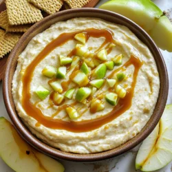 - 225 g Frischkäse, weichgerührt - 120 g Puderzucker - 120 ml Karamellsauce Die Hauptzutaten machen diesen Dip besonders cremig und süß. Ich mag, wie der Frischkäse die Basis bildet. Er sorgt für eine tolle Textur. Der Puderzucker fügt die nötige Süße hinzu. Ich empfehle, ihn nach und nach einzuarbeiten. So bleibt die Konsistenz perfekt. Die Karamellsauce gibt dem Dip den besonderen Geschmack. Du kannst fertige Sauce verwenden oder sie selbst machen. Beide Optionen sind lecker. - 1 mittelgroßer Apfel, fein gewürfelt (Granny Smith oder deinen Favoriten) - 1/4 Teelöffel Zimt - 240 ml Schlagsahne (wie Cool Whip) Die zusätzlichen Zutaten bringen Frische und Würze. Äpfel sind wichtig für den fruchtigen Geschmack. Ich mag Granny Smith, weil sie knackig und leicht sauer sind. Der Zimt fügt eine tolle Wärme hinzu. Schlagsahne macht den Dip locker und leicht. Hebe sie vorsichtig unter, um die Luftigkeit zu bewahren. - Graham Crackers - Apfelscheiben Die Servieroptionen sind sehr wichtig. Graham Crackers sind knusprig und süß. Sie passen perfekt zu cremigem Dip. Apfelscheiben sind eine gesunde Wahl. Sie sind frisch und geben einen tollen Crunch. Du kannst auch andere Snacks probieren. Sei kreativ und finde deine Favoriten! - Zuerst nimmst du 225 g weichgerührten Frischkäse. - Schlage den Frischkäse in einer Rührschüssel mit einem elektrischen Mixer. - Mische ihn bis er schön glatt und cremig ist. - Füge 120 g Puderzucker nach und nach hinzu. - Rühre weiter, bis der Zucker gut eingearbeitet ist. - Gib 1 Teelöffel Vanilleextrakt dazu und vermenge alles gründlich. - Nun ist deine Frischkäsemischung bereit. - Hebe 240 ml Schlagsahne vorsichtig unter. - So wird der Dip leicht und luftig. - Nimm einen mittelgroßen Apfel und schneide ihn in kleine Würfel. - Verwende Granny Smith oder deinen Lieblingsapfel. - In einer separaten Schüssel vermenge die Apfelwürfel mit 1/4 Teelöffel Zimt. - Gebe die Hälfte der Karamellsauce (120 ml) dazu und rühre gut um. - Diese Mischung bringt fruchtigen Geschmack in den Dip. - Nun die Apfelmischung vorsichtig unter die Frischkäsemischung heben. - Mache das, bis alles gerade kombiniert ist. - Fülle den Dip in eine schöne Schüssel. - Träufle die restliche Karamellsauce gleichmäßig darüber. - Das sieht toll aus und schmeckt lecker! - Serviere den Dip sofort mit Graham Crackers oder frischen Apfelscheiben. Um die perfekte Konsistenz für deinen Dip zu erreichen, musst du den Frischkäse richtig aufschlagen. Beginne mit weichgerührtem Frischkäse. Nutze einen elektrischen Mixer und schlage ihn glatt und cremig. Füge dann den Puderzucker nach und nach hinzu. Rühre weiter, bis alles gut vermischt ist. Wenn du die Schlagsahne hinzufügst, sei sanft. Hebe sie vorsichtig unter die Frischkäsemischung. Das sorgt für eine luftige Textur. So bleibt der Dip leicht und lecker. Du hast die Wahl zwischen fertiger und selbstgemachter Karamellsauce. Fertige Karamellsauce ist schnell und einfach. Sie spart Zeit und schmeckt gut. Wenn du mehr Kontrolle möchtest, mache deine Sauce selbst. So kannst du den Geschmack anpassen. Beide Optionen sind lecker. Wähle, was dir am meisten zusagt. Präsentation ist wichtig. Du kannst den Dip kreativ anrichten, um ihn besonders wirken zu lassen. Fülle den Dip in eine schöne Schüssel. Träufle die restliche Karamellsauce gleichmäßig darüber. Das sieht toll aus und schmeckt gut. Für zusätzliche Garnitur streue etwas Zimt darüber. Du kannst auch ein paar Apfelstücke oben drauf legen. So wird dein Dip zum Hingucker auf jedem Tisch. {{image_4}} Um deinen Karamell-Apfel-Cheesecake-Dip noch besser zu machen, kannst du Nüsse hinzufügen. Walnüsse oder Pekannüsse geben einen tollen Crunch. Diese Nüsse passen gut zu den weichen Äpfeln. Du kannst sie grob hacken und am Ende unterheben. Alternative Obstsorten sind ebenfalls eine tolle Idee. Probiere Birnen oder sogar Pfirsiche aus. Diese Früchte bringen eine andere Frische in den Dip. Achte darauf, sie klein zu schneiden, damit sie gut vermischt werden. Um den Geschmack zu verbessern, kannst du Zimt und Muskat kombinieren. Muskat hat einen warmen, süßen Geschmack. Zusammen mit dem Zimt wird der Dip noch aromatischer. Füge eine Prise Muskat hinzu, um das Aroma zu verstärken. Eine weitere Möglichkeit ist, die Karamellsauce mit Schokoladensauce zu ersetzen. Diese Mischung ist reichhaltig und schokoladig. Es gibt dem Dip eine ganz neue Note. Du kannst eine Schicht Schokoladensauce unter die Apfelmischung geben. Wenn du auf Kalorien achten möchtest, kannst du kalorienreduzierte Zutaten verwenden. Es gibt leichtere Frischkäse-Varianten, die gut funktionieren. Auch bei der Karamellsauce gibt es kalorienreduzierte Optionen. Pflanzliche Alternativen zu Schlagsahne sind ebenfalls möglich. Du kannst Kokosnusscreme oder pflanzliche Sahne verwenden. Diese Optionen machen den Dip veganfreundlich und gesund. Lagere den Dip im Kühlschrank. Das hält ihn frisch und lecker. Verwende einen luftdichten Behälter. So bleibt er länger gut. Der Dip hält sich bis zu fünf Tage. Achte darauf, ihn gut abzudecken. So vermeidest du Gerüche und Trockenheit. Du kannst den Dip auch im Voraus machen. Das spart Zeit, wenn Gäste kommen. Bereite ihn bis zu zwei Tage vorher zu. Lagere ihn dann im Kühlschrank. Vor dem Servieren rühre ihn gut durch. So bleibt die Konsistenz schön cremig. Nutze diesen Dip für andere Rezepte. Er passt gut zu vielen Snacks. Du kannst ihn zum Beispiel auf Pfannkuchen geben. Auch in Joghurt macht sich der Dip toll. Probiere ihn mit Waffeln oder in Desserts. So hast du immer einen leckeren Zusatz zur Hand! Der Dip bleibt im Kühlschrank bis zu drei Tage frisch. Bewahre ihn in einem luftdichten Behälter auf. So bleibt der Geschmack und die Cremigkeit erhalten. Achte darauf, ihn nicht zu lange stehen zu lassen. Nach ein paar Tagen könnte die Konsistenz sich verändern. Ja, du kannst den Dip im Voraus machen. Bereite ihn bis zu einen Tag vorher zu. Stelle sicher, dass du ihn gut abdeckst. So bleibt er frisch und schmackhaft. Wenn du ihn servieren willst, rühre ihn kurz durch. Das hilft, die Cremigkeit zurückzubringen. Graham Crackers sind eine klassische Wahl. Sie passen perfekt zur Süße des Dips. Apfelscheiben sind auch toll, sie bringen einen frischen Biss. Du kannst auch Kekse oder Brezeln verwenden. Für Abwechslung sorgen Gemüsesticks wie Karotten oder Sellerie. Ihr Frischkäse-Dip ist einfach und lecker. Die Hauptzutaten sind Frischkäse, Puderzucker und Karamellsauce. Mit Äpfeln und Zimt wird er besonders toll. Tipps helfen Ihnen, die beste Konsistenz zu erreichen. Variationen, wie Nüsse oder andere Früchte, bieten Spaß. Vergessen Sie nicht, den Dip richtig zu lagern und vorzubereiten. Genießen Sie ihn bei Ihrem nächsten Treffen oder Anlass!