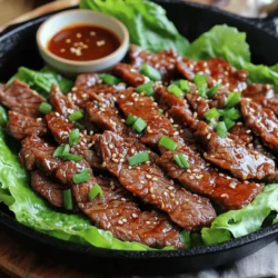 Für dieses Rezept brauchst du einige wichtige Zutaten: - 450g dünn geschnittenes Rindfleisch (z.B. aus der Hüfte) - 60ml Sojasauce - 30g brauner Zucker - 15ml Sesamöl - 15ml Gochujang (koreanische rote Chilipaste) - 15g frischer Knoblauch, fein gehackt - 15g frischer Ingwer, fein gehackt - 5g schwarzer Pfeffer - 15g Sesamsamen Das Rindfleisch ist der Star des Gerichts. Dünn geschnitten, wird es schnell zart und nimmt die Aromen gut auf. Die Sojasauce gibt Tiefe und Umami. Der braune Zucker sorgt für eine süße, karamellisierte Note. Sesamöl fügt einen nussigen Geschmack hinzu, während Gochujang die perfekte Schärfe bringt. Die Gewürze sind wichtig, um das Bulgogi lebendig zu machen. - 60ml Sojasauce - 30g brauner Zucker - 15ml Sesamöl - 15ml Gochujang - 15g frischer Knoblauch, fein gehackt - 15g frischer Ingwer, fein gehackt - 5g schwarzer Pfeffer Diese Mischung sorgt für ein ausgewogenes Geschmacksprofil. Gochujang bringt eine angenehme Schärfe und die Kombination von Knoblauch und Ingwer fügt Frische hinzu. Der schwarze Pfeffer rundet das Aroma ab. Frische Zutaten machen dein Gericht besonders. Du benötigst auch: - 3 Frühlingszwiebeln, in Ringe geschnitten - Blätter von Salat (zum Servieren) Frühlingszwiebeln geben einen knackigen Biss und frische Farbe. Die Salatblätter dienen als köstliche Hülle für das Bulgogi. Serviere das Gericht mit Reis und einer kleinen Schüssel Gochujang zum Dippen. So wird jede Portion zu einem Geschmackserlebnis. Zuerst musst du das Rindfleisch marinieren. Nimm eine große Schüssel und gib folgende Zutaten hinein: - 60ml Sojasauce - 30g brauner Zucker - 15ml Sesamöl - 15ml Gochujang - 15g frischer Knoblauch, fein gehackt - 15g frischer Ingwer, fein gehackt - 5g schwarzer Pfeffer Rühre alles gut um. Achte darauf, dass der Zucker sich auflöst. Dann füge das 450g dünn geschnittene Rindfleisch hinzu. Mische das Fleisch gut mit der Marinade. Decke die Schüssel ab und lasse das Fleisch mindestens 30 Minuten marinieren. Für mehr Geschmack lasse es über Nacht. Wenn das Fleisch mariniert ist, erhitze eine große Pfanne bei mittelhoher Hitze. Gib 15ml Pflanzenöl in die heiße Pfanne. Wenn das Öl heiß ist, lege das marinierte Rindfleisch in einer einzigen Schicht hinein. Brate das Fleisch für 2-3 Minuten auf jeder Seite. Es sollte durchgegart und leicht karamellisiert sein. Jetzt streue die 15g Sesamsamen und die 3 in Ringe geschnittenen Frühlingszwiebeln über das Fleisch. Rühre kurz um, um alles gleichmäßig zu vermengen. Nimm die Pfanne vom Herd und serviere das Bulgogi sofort. Lege das Fleisch in frische Salatblätter. Füge eine Beilage Reis hinzu. Stelle eine kleine Schüssel mit zusätzlichem Gochujang zum Dippen bereit. Garnieren das Gericht mit mehr Sesamsamen und gehackten Frühlingszwiebeln. So sieht es schön aus und schmeckt köstlich! Die Marinierzeit ist sehr wichtig für den Geschmack. Ich empfehle, das Rindfleisch mindestens 30 Minuten marinieren zu lassen. Für mehr Geschmack, lassen Sie es über Nacht im Kühlschrank. Das gibt dem Fleisch Zeit, die Aromen aufzunehmen. Die Marinade enthält Sojasauce, Gochujang und frische Gewürze, die das Fleisch zart und würzig machen. Eine gute Pfanne macht den Unterschied. Verwenden Sie eine große Pfanne oder Grillpfanne. Erhitzen Sie das Pflanzenöl bei mittlerer Hitze. Legen Sie das marinierte Rindfleisch in einer einzigen Schicht hinein. Braten Sie es für 2-3 Minuten auf jeder Seite. So wird es zart und karamellisiert. Achten Sie darauf, das Fleisch nicht zu überladen, damit es gleichmäßig brät. Garnierungen machen das Gericht lebendig. Streuen Sie frische Frühlingszwiebeln und Sesamsamen über das Bulgogi. Diese geben Farbe und zusätzlichen Geschmack. Servieren Sie das Bulgogi in frischen Salatblättern. Fügen Sie Reis und Gochujang hinzu, um das Gericht abzurunden. Experimentieren Sie mit anderen Garnituren wie Koriander oder eingelegtem Gemüse für einen weiteren Kick. {{image_4}} Du kannst Bulgogi auch ohne Fleisch zubereiten. Verwende stattdessen Tofu oder Tempeh. Schneide sie in dünne Scheiben. Mariniere sie wie das Fleisch. Achte darauf, die Marinade gut aufzutragen. Brate den Tofu in der Pfanne bis er goldbraun ist. Diese Option ist lecker und gesund. Wenn du es nicht scharf magst, reduziere Gochujang. Du kannst auch einen milden Chilipulver verwenden. Füge mehr braunen Zucker hinzu, um die Schärfe auszugleichen. Ein Spritzer Limettensaft kann den Geschmack auffrischen. Probiere es aus, um die perfekte Balance zu finden. Je nach Region kannst du andere Zutaten verwenden. In manchen Ländern findest du vielleicht andere Sojasaucen. Versuche, lokale Gemüse wie Paprika oder Zucchini hinzuzufügen. Auch verschiedene Kräuter können den Geschmack verändern. Sei kreativ und nutze, was du hast. Um Bulgogi frisch zu halten, bewahre es in einem luftdichten Behälter auf. Stelle sicher, dass das Gericht abgekühlt ist, bevor du es lagerst. So bleibt der Geschmack erhalten. Im Kühlschrank hält sich Bulgogi etwa 3 bis 4 Tage. Wenn du das marinierte Rindfleisch einfrieren möchtest, tue das vor dem Kochen. Lege das Fleisch in einen Gefrierbeutel und drücke die Luft heraus. So bleibt die Marinade gut haften. Im Gefrierschrank hält es bis zu 3 Monate. Achte darauf, das Fleisch vor dem Kochen vollständig aufzutauen. Um Bulgogi wieder aufzuwärmen, nimm eine Pfanne und erhitze sie auf mittlerer Stufe. Füge etwas Pflanzenöl hinzu, um das Fleisch nicht austrocknen zu lassen. Brate das Bulgogi 3 bis 5 Minuten lang, bis es durchwärmt ist. Du kannst auch die Mikrowelle benutzen, aber achte darauf, es nicht zu lange zu erhitzen, damit das Fleisch zart bleibt. Bulgogi ist ein beliebtes koreanisches Gericht. Es besteht aus mariniertem Rindfleisch. Man schneidet das Fleisch dünn und brät es schnell. Die Marinade enthält Sojasauce, Zucker, Knoblauch und Gochujang. Das gibt dem Fleisch einen süßen und würzigen Geschmack. Bulgogi wird oft mit Reis und frischem Gemüse serviert. Es ist einfach zuzubereiten und schmeckt köstlich. Ja, frisches Gemüse passt perfekt zu Bulgogi. Du kannst Karotten, Paprika oder Brokkoli nutzen. Das Gemüse bringt Farbe und Frische ins Gericht. Füge es einfach in die Pfanne, während das Fleisch brät. So wird alles gleichmäßig gar und bleibt knackig. Das Gemüse macht das Gericht noch gesünder und leckerer. Gochujang hat eine milde Schärfe. Es ist weniger scharf als Sriracha, aber würziger. Diese koreanische Chilipaste bringt auch Tiefe und Geschmack. Wenn du nicht sicher bist, beginne mit weniger. Du kannst immer mehr hinzufügen, wenn du mehr Schärfe möchtest. So kannst du den perfekten Geschmack für dich finden. Zusammenfassend haben wir alles über Spicy Korean Beef Bulgogi behandelt. Wir haben die Hauptzutaten, die Schritte zum Kochen und wichtige Tipps erörtert. Variationen und Lagerung haben wir ebenfalls angesprochen. Ich hoffe, diese Informationen helfen dir, dein Bulgogi perfekt zuzubereiten. Du wirst bald lecker essen und deine Freunde beeindrucken. Gute Küche beginnt mit dem richtigen Wissen! Probier es aus und viel Spaß beim Kochen!