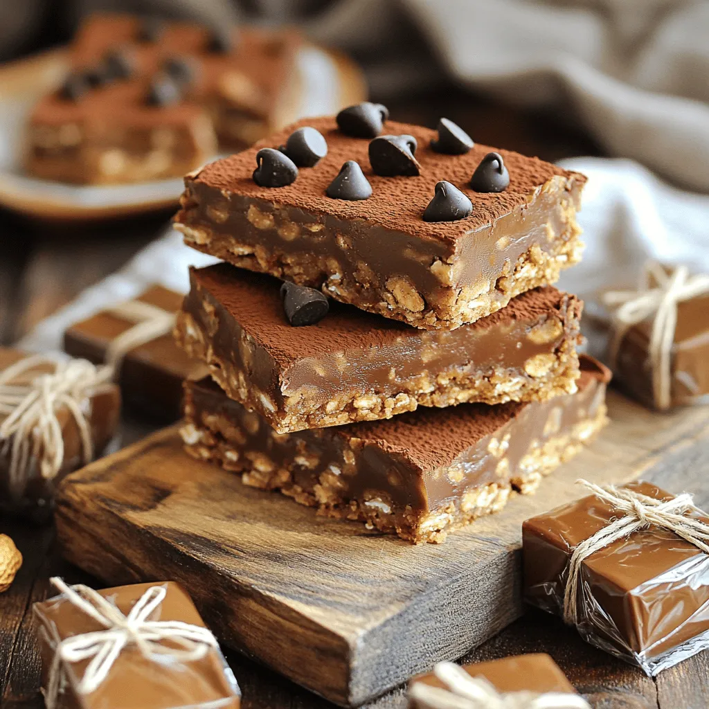 Hier sind die Zutaten für deine No-Bake Choco Peanut Butter Oat Bars. Diese Riegel sind einfach und lecker. - 1 Tasse Haferflocken - 1/2 Tasse cremige Erdnussbutter - 1/4 Tasse Honig oder Ahornsirup - 1/2 Tasse Zartbitterschokoladenstückchen - 1/4 Tasse ungesüßtes Kakaopulver - 1/4 Tasse gehackte Nüsse (z.B. Mandeln oder Walnüsse) - 1/4 Teelöffel Salz - 1/2 Teelöffel Vanilleextrakt Jede Zutat trägt zur Textur und zum Geschmack bei. Haferflocken geben den Riegeln Stabilität. Erdnussbutter sorgt für einen cremigen, reichen Geschmack. Honig oder Ahornsirup süßt die Mischung und bindet alles zusammen. Zartbitterschokoladenstückchen fügen einen tollen Schokoladengeschmack hinzu. Kakaopulver vertieft den Schokoladengeschmack und gibt eine schöne Farbe. Gehackte Nüsse bringen einen knackigen Biss. Salz hebt die Aromen hervor, und Vanilleextrakt rundet alles ab. Die Kombination dieser Zutaten macht die Riegel nicht nur lecker, sondern auch nahrhaft. Du kannst auch andere Nussbuttersorten oder Süßungsmittel verwenden, je nach Vorliebe. Zuerst nehmen wir eine große Rührschüssel. Dann geben wir die Haferflocken, das Kakaopulver, die gehackten Nüsse und das Salz hinein. Ich vermische alles gut. Du willst sicherstellen, dass die trockenen Zutaten gleichmäßig verteilt sind. Das macht die Riegel später geschmackvoller und leckerer. Jetzt kommt der nächste Schritt. Wir müssen die Erdnussbutter und den Honig erwärmen. Nimm eine mikrowellengeeignete Schüssel und gib die Erdnussbutter sowie den Honig hinein. Erhitze die Mischung bei niedriger Hitze für 20 bis 30 Sekunden. Rühre alles um, bis es schön geschmeidig ist. Das macht die Erdnussbutter leichter zu vermischen. Jetzt ist es Zeit, alles zusammenzubringen. Gieße die Erdnussbutter-Mischung in die Schüssel mit den trockenen Zutaten. Rühre alles gründlich um, bis die Mischung dick und klebrig wird. Du musst sicherstellen, dass alles gut vermengt ist. Nimm eine 20x20 cm große Backform und lege sie mit Backpapier aus. Gieße die Mischung in die Form und drücke sie gleichmäßig fest. Wenn du ein paar Schokoladenstückchen übrig hast, streue sie jetzt obenauf. Drücke sie leicht in die Mischung, damit sie gut haften. Stelle die Form für mindestens zwei Stunden in den Kühlschrank, bis die Riegel fest sind. Um die perfekte Konsistenz zu erreichen, ist die Mischung wichtig. Achte darauf, dass die Erdnussbutter und der Honig gut vermischt sind. Sie sollten glatt und klumpenfrei sein. Wenn die Mischung zu trocken wirkt, füge etwas mehr Erdnussbutter hinzu. Diese Zutaten machen die Riegel weich und klebrig. Das hilft, dass sie nach dem Kühlen gut zusammenhalten. Du kannst auch andere Nussbutter verwenden. Mandelbutter oder Cashewbutter sind tolle Optionen. Sie geben den Riegeln einen anderen Geschmack. Achte darauf, dass die Nussbutter cremig ist. Das sorgt für eine ähnliche Textur. Experimentiere mit verschiedenen Sorten, um deinen Lieblingsgeschmack zu finden. Die Riegel sehen toll aus, wenn du sie schön präsentierst. Lege sie auf ein rustikales Holzbrett. Stapel die Riegel aufeinander und bestäube sie mit etwas Kakaopulver. Du kannst sie auch in Backpapier einwickeln. Binde sie mit einem hübschen Faden zusammen. So sind sie eine charmante Geschenkidee. {{image_4}} Du kannst die Riegel leicht aufpeppen. Füge Trockenfrüchte wie Rosinen oder Cranberries hinzu. Diese bringen eine süße Note. Auch Kokosraspel sind eine tolle Ergänzung. Wenn du verschiedene Schokoladensorten magst, probiere Milchschokolade oder weiße Schokolade. Diese Varianten machen die Riegel noch leckerer. Für eine vegane Variante benutze pflanzliche Alternativen. Ersetze den Honig durch Ahornsirup oder Agavendicksaft. Verwende eine vegane Erdnussbutter, um sicherzustellen, dass die Riegel komplett pflanzlich sind. Dies macht die Riegel für alle zugänglich und lecker. Die Geschmacksrichtungen sind endlos. Du kannst Zimt oder Kakaonibs für einen besonderen Kick hinzufügen. Experimentiere mit Erdnussbutter und Mandelbutter für neue Aromen. Auch eine Prise Meersalz kann den Geschmack intensivieren. Lass deiner Kreativität freien Lauf und finde deine Lieblingskombination! Um diese leckeren Riegel frisch zu halten, lege sie in den Kühlschrank. Verwende einen luftdichten Behälter. So bleibst du sicher, dass sie nicht austrocknen. Du kannst sie auch in Backpapier wickeln, um die Frische zu bewahren. Wenn du sie richtig lagerst, bleiben sie bis zu einer Woche lecker. Die Riegel sind bis zu einer Woche im Kühlschrank haltbar. Nach dieser Zeit können sie ihre Frische und den Geschmack verlieren. Prüfe die Riegel regelmäßig. Wenn sie trocken oder brüchig aussehen, ist es besser, sie zu entsorgen. Wenn du mehr Riegel machen möchtest, kannst du sie einfrieren. Schneide die Riegel in Portionen und lege sie in einen Gefrierbeutel. Achte darauf, so viel Luft wie möglich zu entfernen. So bleiben die Riegel bis zu drei Monate frisch. Zum Auftauen lege sie einfach in den Kühlschrank, bis sie weich sind. Genieß sie dann! Die Riegel müssen mindestens 2 Stunden im Kühlschrank bleiben. Sie brauchen diese Zeit, um fest zu werden. Wenn du sie länger lässt, werden sie sogar noch besser. So kannst du sicherstellen, dass sie die richtige Konsistenz haben. Entnimm sie erst, wenn sie schön fest sind. Ja, du kannst die Riegel ohne Erdnussbutter machen. Eine gute Alternative ist Mandelbutter oder Cashewbutter. Diese Nussbutter geben den Riegeln auch einen tollen Geschmack. Du kannst auch Sonnenblumenbutter verwenden, wenn du Nüsse vermeiden möchtest. Achte darauf, die Konsistenz der Mischung im Auge zu behalten. Ja, diese Riegel sind recht gesund. Sie enthalten viele gute Zutaten. Haferflocken sind reich an Ballaststoffen und helfen beim Sättigungsgefühl. Erdnussbutter gibt dir Protein und gesunde Fette. Honig oder Ahornsirup bieten natürliche Süße. Achte darauf, die Menge der Schokolade und Nüsse zu kontrollieren, um die Riegel gesund zu halten. Diese Anleitung zeigt, wie man leckere Müsliriegel macht. Wir haben die Zutaten, die Zubereitung und hilfreiche Tipps behandelt. Variationen sorgen für Abwechslung. Die Riegel sind einfach zu lagern und halten sich gut. Bedenken Sie, Ihre persönlichen Vorlieben einzubringen. Ob mit Trockenfrüchten oder anderen Nussbuttern, die Möglichkeiten sind endlos! Experimentieren Sie und finden Sie Ihren perfekten Müsliriegel. Genießen Sie die gesunden Snacks, die Sie selbst gemacht haben!