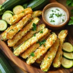 Für die Zucchini Fries benötigst du: - 2 mittelgroße Zucchini, in frittierähnliche Stäbchen geschnitten - 1 Tasse Semmelbrösel (am besten Panko) - ½ Tasse geriebener Parmesan - 1 großes Ei, verquirlt Diese Zutaten geben den Zucchini Fries ihren tollen Geschmack und die knusprige Textur. Die Zucchini bleiben innen weich, während die Panade außen schön knusprig wird. Für die perfekte Panade brauchst du: - 1 Teelöffel Knoblauchpulver - 1 Teelöffel Zwiebelpulver - ½ Teelöffel Paprika - Salz und Pfeffer nach Geschmack Diese Gewürze fügen viel Aroma hinzu. Du kannst auch andere Gewürze ausprobieren. Zum Beispiel passt etwas italienische Kräuter oder Chili gut dazu. Du solltest auch Ranch-Dressing bereitstellen: - ½ Tasse Ranch-Dressing zum Dippen Das Dressing macht die Zucchini Fries noch leckerer. Es bringt eine cremige Frische, die toll mit den würzigen Fries harmoniert. Du kannst auch andere Dips verwenden, wie Joghurt oder BBQ-Sauce. Experimentiere mit verschiedenen Geschmäckern! Zuerst schneiden wir die Zucchini. Nehmen Sie zwei mittelgroße Zucchini. Schneiden Sie sie in dünne Stäbchen, etwa 1,25 cm dick. Dünne Stäbchen garen gleichmäßiger. Legen Sie die geschnittenen Zucchini auf einen Teller. Jetzt richten wir die Panierstation ein. Nehmen Sie eine Schüssel und verquirlen Sie ein großes Ei. In einer anderen Schüssel mischen Sie die Semmelbrösel, den geriebenen Parmesan, Knoblauchpulver, Zwiebelpulver, Paprika, Salz und Pfeffer. Mischen Sie alles gut. Diese Mischung gibt den Zucchini den tollen Geschmack. Nehmen Sie ein Zucchinistäbchen. Tauchen Sie es zuerst in das verquirlte Ei. Lassen Sie das überschüssige Ei abtropfen. Dann wälzen Sie das Stäbchen in der Paniermischung. Drücken Sie leicht, damit die Panade gut haftet. Wiederholen Sie diesen Schritt für alle Zucchinistäbchen. So werden sie knusprig und lecker. Heizen Sie den Air Fryer auf 200°C (400°F) vor. Lassen Sie ihn etwa 5 Minuten laufen. Dies sorgt für eine gleichmäßige Garung der Zucchini-Stäbchen. Ein vorgeheizter Air Fryer ist wichtig für die perfekte Knusprigkeit. Legen Sie die panierten Zucchini-Stäbchen in den Korb des Air Fryers. Achten Sie darauf, dass sie in einer einzigen Schicht liegen. Garen Sie sie für 10-12 Minuten. Schütteln Sie den Korb zur Hälfte der Garzeit. So bräunen die Zucchini gleichmäßig. Sobald die Zucchini goldbraun und knusprig sind, nehmen Sie sie aus dem Air Fryer. Überprüfen Sie, ob sie knusprig genug sind. Wenn nicht, garen Sie sie für 1-2 Minuten länger. Platzieren Sie die Zucchini-Stäbchen auf einer Servierplatte. Servieren Sie das Ranch-Dressing in einer kleinen Schüssel daneben zum Dippen. Um die beste Panade zu erzielen, ist die Wahl der Semmelbrösel wichtig. Panko ist ideal, da es knuspriger ist. Wenn Sie die Zucchini-Stäbchen panieren, stellen Sie sicher, dass sie gleichmäßig mit der Mischung bedeckt sind. Drücken Sie die Panade leicht an, damit sie gut haftet. Ein weiterer Tipp ist, die Zucchini nach dem Schneiden etwas zu salzen. Dies hilft, die Feuchtigkeit zu entziehen und macht sie knuspriger. Ein häufiger Fehler ist, zu viel Ei an den Zucchini zu lassen. Lassen Sie überschüssiges Ei gut abtropfen. Ein weiterer Fehler ist, die Zucchini-Stäbchen zu dicht im Air Fryer zu lagern. Achten Sie darauf, dass sie in einer einzigen Schicht liegen, um gleichmäßiges Garen zu gewährleisten. Überprüfen Sie auch die Temperatur des Air Fryers. Wenn er nicht heiß genug ist, werden die Stäbchen nicht knusprig. Um die besten Ergebnisse zu erzielen, heizen Sie den Air Fryer immer vor. Frittieren Sie die Zucchini-Stäbchen in kleinen Portionen. So wird jede Charge schön knusprig. Sie können die Zucchini-Stäbchen während des Garens leicht schütteln, damit sie gleichmäßig bräunen. Wenn sie nach der empfohlenen Zeit nicht knusprig genug sind, garen Sie sie einfach für ein paar Minuten länger. {{image_4}} Wenn Sie Ihre Zucchini Fries aufpeppen möchten, gibt es viele Panade-Optionen. Statt Panko können Sie auch Maismehl verwenden. Es gibt einen tollen Crunch. Für eine glutenfreie Version probieren Sie Reismehl. Es sorgt für eine knusprige Textur. Sie können auch Nüsse wie Mandeln oder Cashews zerkleinern. Das bringt einen nussigen Geschmack. Um Ihren Zucchini Fries mehr Geschmack zu verleihen, fügen Sie Kräuter hinzu. Frischer Schnittlauch oder Petersilie machen viel aus. Geriebener Parmesan ist eine gute Wahl. Er verstärkt den Käsegeschmack. Ein Hauch von Zitronenschale gibt Frische. Wenn Sie es schärfer mögen, fügen Sie etwas Cayennepfeffer hinzu. Das sorgt für eine schöne Schärfe ohne Übertreibung. Wenn Sie eine vegane Version möchten, können Sie das Ei ersetzen. Verwenden Sie Leinsamen oder Chiasamen. Mischen Sie einen Esslöffel Samen mit drei Esslöffeln Wasser. Lassen Sie es ein paar Minuten quellen. Das ergibt eine gute Bindung. Statt Parmesan können Sie Hefeflocken nutzen. Sie sorgen für einen würzigen Geschmack ohne Milchprodukte. So bleibt Ihr Gericht lecker und pflanzenbasiert. Die Zucchini Fries sind am besten frisch. Wenn Sie jedoch Reste haben, lagern Sie sie in einem luftdichten Behälter. Legen Sie ein Papiertuch in den Behälter. Das saugt überschüssige Feuchtigkeit auf und hält die Fries knusprig. Stellen Sie sicher, dass die Fries vollständig abgekühlt sind, bevor Sie sie lagern. Um die Zucchini Fries wieder warm zu machen, nutzen Sie den Air Fryer oder den Ofen. Heizen Sie den Air Fryer auf 180°C (350°F) vor. Legen Sie die Fries in den Korb und erhitzen Sie sie für 5-7 Minuten. Im Ofen legen Sie die Fries auf ein Backblech. Backen Sie sie bei 180°C (350°F) für etwa 10 Minuten. So bleiben sie schön knusprig. Die Zucchini Fries halten sich im Kühlschrank etwa 2-3 Tage. Wenn Sie sie länger aufbewahren möchten, frieren Sie sie ein. Legen Sie die abgekühlten Fries in einen Gefrierbeutel. So können sie bis zu 2 Monate haltbar sein. Achten Sie darauf, die Luft herauszudrücken, bevor Sie den Beutel verschließen. Um die Zucchini weniger wässrig zu machen, solltest du sie zuerst salzen. Schneide die Zucchini in Stäbchen und lege sie in ein Sieb. Streue etwas Salz darüber und lasse sie für 15 Minuten stehen. Das Salz zieht die Feuchtigkeit heraus. Danach spülst du die Zucchini ab und trocknest sie mit einem Küchentuch. So bleiben die Zucchini fries knusprig und lecker. Ja, du kannst die Zucchini auch im Ofen zubereiten. Heize den Ofen auf 220°C vor. Lege die panierten Zucchini fries auf ein Backblech mit Backpapier. Achte darauf, dass sie nicht übereinander liegen. Backe sie für 20-25 Minuten und wende sie nach der Hälfte der Zeit. So bekommst du auch im Ofen eine schöne Knusprigkeit. Zu diesen Zucchini fries passt Ranch-Dressing sehr gut. Du kannst auch andere Dips ausprobieren, wie zum Beispiel Knoblauchsoße oder Avocado-Dip. Sogar eine scharfe Salsa oder ein frischer Joghurt-Dip passen hervorragend dazu. Die Auswahl an Dips macht das Essen noch spannender! Zucchini Fries sind lecker und einfach zu machen. Wir haben die besten Zutaten, eine Schritt-für-Schritt-Anleitung, und nützliche Tipps besprochen. Vergiss nicht, dass Variationen und Lagerung wichtig sind. Mit dem richtigen Wissen machst du perfekte Zucchini Fries, die knusprig sind. Jetzt bist du bereit, deine eigene Kreation zu zaubern und sie zu genießen. Probiere es aus und überrasche deine Freunde!