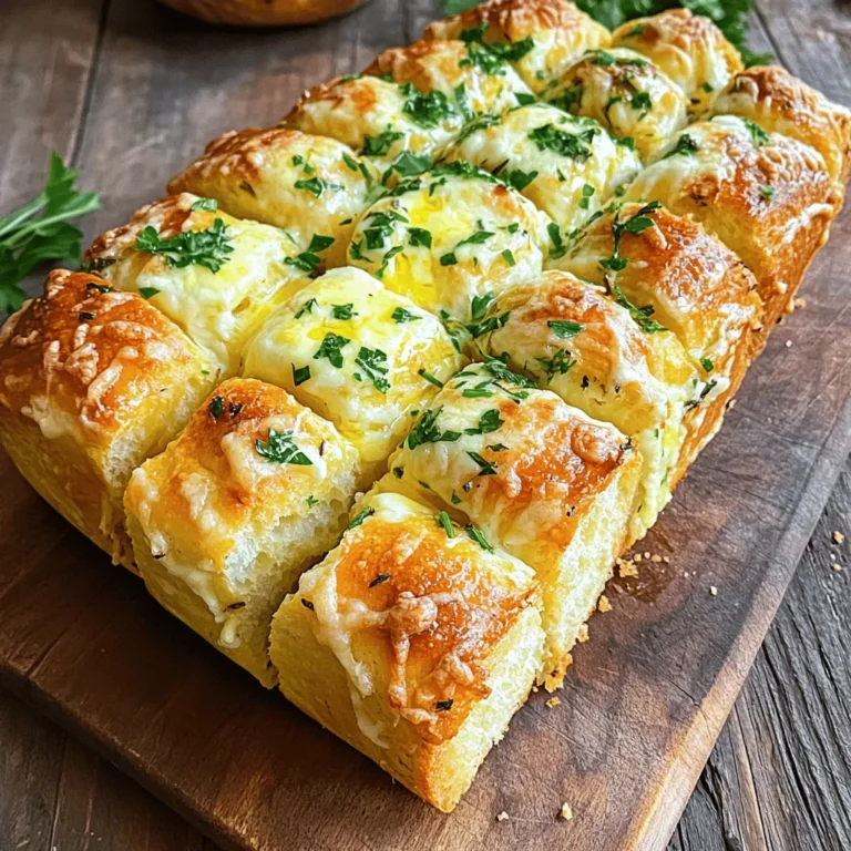 Für das perfekte Käse-Knoblauch-Zupfbrot brauche ich diese Zutaten: - 1 Laib frisches, handwerklich gebackenes Brot (wie Ciabatta oder ein runder rustikaler Laib) - 1 Tasse geriebener Mozzarella-Käse - 1/2 Tasse geriebener Parmesan-Käse - 1/2 Tasse ungesalzene Butter, geschmolzen - 4 Knoblauchzehen, fein gehackt - 2 Esslöffel frische Petersilie, gehackt - 1 Esslöffel frischer Rosmarin, gehackt - 1 Esslöffel frische Thymianblätter - 1 Teelöffel Zwiebelpulver - Salz und Pfeffer nach Geschmack Diese Zutaten machen das Brot besonders lecker. Der Käse schmilzt schön und der Knoblauch gibt einen tollen Geschmack. Ich mag frische Kräuter in diesem Brot. Petersilie bringt Frische. Rosmarin gibt einen herben Geschmack. Thymian hat ein süßliches Aroma. Diese Kräuter passen gut zusammen. Du kannst auch andere Kräuter ausprobieren wie Oregano oder Basilikum. Sie bringen eine neue Note ins Brot. Wenn du eine andere Käse-Variante möchtest, probiere Cheddar oder Gouda. Diese Käse schmelzen gut und haben einen kräftigen Geschmack. Statt Ciabatta kannst du auch ein anderes Brot verwenden. Ein rustikales Bauernbrot passt gut. Für eine glutenfreie Option nutze glutenfreies Brot. So kann jeder das Zupfbrot genießen. Zuerst heize deinen Ofen auf 190°C vor. Dies sorgt dafür, dass das Brot gleichmäßig backt. Nimm einen frischen Laib Brot, wie Ciabatta oder einen rustikalen Laib. Die Auswahl eines guten Brotes ist wichtig. Es sollte fest und frisch sein, um die Füllung gut zu halten. Jetzt ist es Zeit für die Knoblauch-Kräuter-Butter. In einer kleinen Schüssel mische die geschmolzene Butter mit den fein gehackten Knoblauchzehen. Füge die gehackte Petersilie, Rosmarin und Thymian hinzu. Gib Zwiebelpulver sowie eine Prise Salz und Pfeffer dazu. Rühre alles gut um, bis die Mischung gut vermischt ist. Diese Butter ist der Schlüssel zu dem tollen Geschmack. Lege das Brot auf ein Schneidebrett. Mit einem gezackten Messer schneide ein Gittermuster in die Oberseite des Brotes. Achte darauf, nicht ganz durch das Brot zu schneiden. Die Schnitte sollten etwa 2,5 cm auseinander sein. Dies ist wichtig, damit die Butter und der Käse gut eindringen. Nach dem Schneiden verwende einen Löffel oder Pinsel, um die Knoblauch-Kräuter-Butter in die Ritzen zu träufeln. Achte darauf, dass jede Ritze gut gefüllt ist. Ein häufiger Fehler ist, das Brot zu tief zu schneiden. Schneiden Sie nur bis zur Mitte. So bleibt das Brot zusammen. Ein weiterer Fehler ist, die Butter nicht gut genug in die Ritzen zu träufeln. Achten Sie darauf, jede Ecke zu erreichen. Zu viel Salz kann das Brot auch ruinieren. Seien Sie vorsichtig mit der Menge. Um das Brot knusprig zu machen, heizen Sie den Ofen gut vor. Backen Sie das Brot zuerst in Folie. Die Folie hält die Feuchtigkeit. Entfernen Sie die Folie für die letzten zehn Minuten. So bräunt die Kruste schön. Ein wenig Olivenöl kann helfen, die Kruste extra knusprig zu machen. Servieren Sie das Zupfbrot mit einer Kräuterbutter oder einem Dip. Ein frischer Salat passt gut dazu. Stellen Sie sicher, dass das Brot warm ist. Verwenden Sie ein schönes Holzbrett für die Präsentation. Garnieren Sie mit frischen Kräutern für einen tollen Look. So wird Ihr Brot zum echten Highlight. {{image_4}} Für ein veganes Käse-Knoblauch-Zupfbrot können Sie pflanzliche Käsealternativen nutzen. Diese sind oft auf Nuss- oder Sojabasis. Für die Butter können Sie vegane Margarine oder Olivenöl verwenden. Diese Optionen sorgen für einen ähnlichen Geschmack, ohne tierische Produkte. Schauen Sie auch nach Produkten, die Hefeflocken enthalten. Diese verleihen dem Brot einen besonders herzhaften Geschmack. Das Tolle an Zupfbrot ist die Vielseitigkeit. Sie können die Käsesorten variieren, um neue Geschmäcker zu entdecken. Fügen Sie zum Beispiel Feta oder Gouda hinzu. Auch geröstete Paprika oder getrocknete Tomaten passen gut. Für einen scharfen Kick können Sie Jalapeños verwenden. Experimentieren Sie mit verschiedenen Kräutern wie Basilikum oder Oregano. So wird Ihr Zupfbrot immer wieder neu und spannend. Obwohl Ciabatta sehr beliebt ist, können Sie auch andere Brotsorten verwenden. Ein rustikales Sauerteigbrot gibt dem Zupfbrot einen tollen Geschmack. Auch ein weiches Brioche-Brot sorgt für eine süßliche Note. Achten Sie darauf, dass das Brot eine feste Struktur hat, damit es gut die Füllung hält. Probieren Sie auch glutenfreie Brote aus, um eine breitere Zielgruppe anzusprechen. Wenn Sie Reste von Käse-Knoblauch-Zupfbrot haben, lagern Sie es in einem luftdichten Behälter. Wickeln Sie das Brot zuerst in Frischhaltefolie. So bleibt es frisch und weich. Sie können es auch in Aluminiumfolie einwickeln. Lagern Sie es an einem kühlen, trockenen Ort. Um das Zupfbrot aufzuwärmen, heizen Sie den Ofen auf 180°C vor. Wickeln Sie das Brot in Aluminiumfolie. Legen Sie es für etwa 10-15 Minuten in den Ofen. So bleibt der Käse schön geschmolzen. Alternativ können Sie die Mikrowelle nutzen. Verwenden Sie einen mikrowellengeeigneten Teller und einen feuchten Papiertuch. Erwärmen Sie es in kurzen Intervallen von 15 Sekunden. Im Kühlschrank hält sich das Zupfbrot etwa 3-4 Tage. Achten Sie darauf, es gut verpackt zu halten. Im Gefrierschrank bleibt es bis zu 3 Monate frisch. Schneiden Sie das Brot vorher in Stücke. So können Sie bei Bedarf nur das nehmen, was Sie brauchen. Lassen Sie es vor dem Servieren einfach im Kühlschrank auftauen. Die Zubereitung dauert etwa 15 Minuten. Das Backen benötigt dann 25 bis 30 Minuten. Insgesamt sind es also rund 45 Minuten. Diese Zeit macht sich bezahlt, denn das Ergebnis ist köstlich. Ja, du kannst das Brot im Voraus zubereiten. Bereite die Knoblauch-Kräuter-Butter und schneide das Brot. Wickele es dann in Folie. Du kannst das Brot bis zu einem Tag vor dem Backen im Kühlschrank aufbewahren. So sparst du Zeit, wenn du Gäste hast. Zupfbrot passt gut zu vielen Gerichten. Du kannst es zu einer Suppe oder einem Salat servieren. Auch ein Dip aus Olivenöl und Balsamico ist lecker. Frische Kräuter als Garnitur machen das Brot noch einladender. Käse-Knoblauch-Zupfbrot ist ein leckerer Snack, der einfach zuzubereiten ist. Wir haben die Hauptzutaten, die perfekte Knoblauch-Kräuter-Butter und Tipps zur richtigen Zubereitung besprochen. Wer auf Variationen steht, kann vegane Alternativen und verschiedene Brotsorten ausprobieren. Denken Sie daran, übrig gebliebenes Brot richtig zu lagern, damit es frisch bleibt. Mit diesen Tipps machen Sie Ihr Zupfbrot zum Hit bei jedem Treffen. Experimentieren macht Spaß!