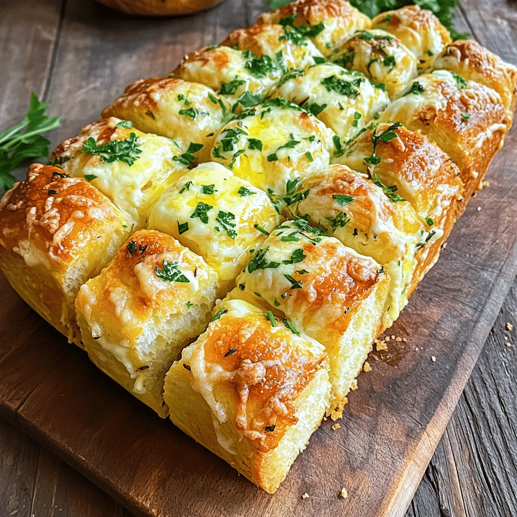 Für das perfekte Käse-Knoblauch-Zupfbrot brauche ich diese Zutaten: - 1 Laib frisches, handwerklich gebackenes Brot (wie Ciabatta oder ein runder rustikaler Laib) - 1 Tasse geriebener Mozzarella-Käse - 1/2 Tasse geriebener Parmesan-Käse - 1/2 Tasse ungesalzene Butter, geschmolzen - 4 Knoblauchzehen, fein gehackt - 2 Esslöffel frische Petersilie, gehackt - 1 Esslöffel frischer Rosmarin, gehackt - 1 Esslöffel frische Thymianblätter - 1 Teelöffel Zwiebelpulver - Salz und Pfeffer nach Geschmack Diese Zutaten machen das Brot besonders lecker. Der Käse schmilzt schön und der Knoblauch gibt einen tollen Geschmack. Ich mag frische Kräuter in diesem Brot. Petersilie bringt Frische. Rosmarin gibt einen herben Geschmack. Thymian hat ein süßliches Aroma. Diese Kräuter passen gut zusammen. Du kannst auch andere Kräuter ausprobieren wie Oregano oder Basilikum. Sie bringen eine neue Note ins Brot. Wenn du eine andere Käse-Variante möchtest, probiere Cheddar oder Gouda. Diese Käse schmelzen gut und haben einen kräftigen Geschmack. Statt Ciabatta kannst du auch ein anderes Brot verwenden. Ein rustikales Bauernbrot passt gut. Für eine glutenfreie Option nutze glutenfreies Brot. So kann jeder das Zupfbrot genießen. Zuerst heize deinen Ofen auf 190°C vor. Dies sorgt dafür, dass das Brot gleichmäßig backt. Nimm einen frischen Laib Brot, wie Ciabatta oder einen rustikalen Laib. Die Auswahl eines guten Brotes ist wichtig. Es sollte fest und frisch sein, um die Füllung gut zu halten. Jetzt ist es Zeit für die Knoblauch-Kräuter-Butter. In einer kleinen Schüssel mische die geschmolzene Butter mit den fein gehackten Knoblauchzehen. Füge die gehackte Petersilie, Rosmarin und Thymian hinzu. Gib Zwiebelpulver sowie eine Prise Salz und Pfeffer dazu. Rühre alles gut um, bis die Mischung gut vermischt ist. Diese Butter ist der Schlüssel zu dem tollen Geschmack. Lege das Brot auf ein Schneidebrett. Mit einem gezackten Messer schneide ein Gittermuster in die Oberseite des Brotes. Achte darauf, nicht ganz durch das Brot zu schneiden. Die Schnitte sollten etwa 2,5 cm auseinander sein. Dies ist wichtig, damit die Butter und der Käse gut eindringen. Nach dem Schneiden verwende einen Löffel oder Pinsel, um die Knoblauch-Kräuter-Butter in die Ritzen zu träufeln. Achte darauf, dass jede Ritze gut gefüllt ist. Ein häufiger Fehler ist, das Brot zu tief zu schneiden. Schneiden Sie nur bis zur Mitte. So bleibt das Brot zusammen. Ein weiterer Fehler ist, die Butter nicht gut genug in die Ritzen zu träufeln. Achten Sie darauf, jede Ecke zu erreichen. Zu viel Salz kann das Brot auch ruinieren. Seien Sie vorsichtig mit der Menge. Um das Brot knusprig zu machen, heizen Sie den Ofen gut vor. Backen Sie das Brot zuerst in Folie. Die Folie hält die Feuchtigkeit. Entfernen Sie die Folie für die letzten zehn Minuten. So bräunt die Kruste schön. Ein wenig Olivenöl kann helfen, die Kruste extra knusprig zu machen. Servieren Sie das Zupfbrot mit einer Kräuterbutter oder einem Dip. Ein frischer Salat passt gut dazu. Stellen Sie sicher, dass das Brot warm ist. Verwenden Sie ein schönes Holzbrett für die Präsentation. Garnieren Sie mit frischen Kräutern für einen tollen Look. So wird Ihr Brot zum echten Highlight. {{image_4}} Für ein veganes Käse-Knoblauch-Zupfbrot können Sie pflanzliche Käsealternativen nutzen. Diese sind oft auf Nuss- oder Sojabasis. Für die Butter können Sie vegane Margarine oder Olivenöl verwenden. Diese Optionen sorgen für einen ähnlichen Geschmack, ohne tierische Produkte. Schauen Sie auch nach Produkten, die Hefeflocken enthalten. Diese verleihen dem Brot einen besonders herzhaften Geschmack. Das Tolle an Zupfbrot ist die Vielseitigkeit. Sie können die Käsesorten variieren, um neue Geschmäcker zu entdecken. Fügen Sie zum Beispiel Feta oder Gouda hinzu. Auch geröstete Paprika oder getrocknete Tomaten passen gut. Für einen scharfen Kick können Sie Jalapeños verwenden. Experimentieren Sie mit verschiedenen Kräutern wie Basilikum oder Oregano. So wird Ihr Zupfbrot immer wieder neu und spannend. Obwohl Ciabatta sehr beliebt ist, können Sie auch andere Brotsorten verwenden. Ein rustikales Sauerteigbrot gibt dem Zupfbrot einen tollen Geschmack. Auch ein weiches Brioche-Brot sorgt für eine süßliche Note. Achten Sie darauf, dass das Brot eine feste Struktur hat, damit es gut die Füllung hält. Probieren Sie auch glutenfreie Brote aus, um eine breitere Zielgruppe anzusprechen. Wenn Sie Reste von Käse-Knoblauch-Zupfbrot haben, lagern Sie es in einem luftdichten Behälter. Wickeln Sie das Brot zuerst in Frischhaltefolie. So bleibt es frisch und weich. Sie können es auch in Aluminiumfolie einwickeln. Lagern Sie es an einem kühlen, trockenen Ort. Um das Zupfbrot aufzuwärmen, heizen Sie den Ofen auf 180°C vor. Wickeln Sie das Brot in Aluminiumfolie. Legen Sie es für etwa 10-15 Minuten in den Ofen. So bleibt der Käse schön geschmolzen. Alternativ können Sie die Mikrowelle nutzen. Verwenden Sie einen mikrowellengeeigneten Teller und einen feuchten Papiertuch. Erwärmen Sie es in kurzen Intervallen von 15 Sekunden. Im Kühlschrank hält sich das Zupfbrot etwa 3-4 Tage. Achten Sie darauf, es gut verpackt zu halten. Im Gefrierschrank bleibt es bis zu 3 Monate frisch. Schneiden Sie das Brot vorher in Stücke. So können Sie bei Bedarf nur das nehmen, was Sie brauchen. Lassen Sie es vor dem Servieren einfach im Kühlschrank auftauen. Die Zubereitung dauert etwa 15 Minuten. Das Backen benötigt dann 25 bis 30 Minuten. Insgesamt sind es also rund 45 Minuten. Diese Zeit macht sich bezahlt, denn das Ergebnis ist köstlich. Ja, du kannst das Brot im Voraus zubereiten. Bereite die Knoblauch-Kräuter-Butter und schneide das Brot. Wickele es dann in Folie. Du kannst das Brot bis zu einem Tag vor dem Backen im Kühlschrank aufbewahren. So sparst du Zeit, wenn du Gäste hast. Zupfbrot passt gut zu vielen Gerichten. Du kannst es zu einer Suppe oder einem Salat servieren. Auch ein Dip aus Olivenöl und Balsamico ist lecker. Frische Kräuter als Garnitur machen das Brot noch einladender. Käse-Knoblauch-Zupfbrot ist ein leckerer Snack, der einfach zuzubereiten ist. Wir haben die Hauptzutaten, die perfekte Knoblauch-Kräuter-Butter und Tipps zur richtigen Zubereitung besprochen. Wer auf Variationen steht, kann vegane Alternativen und verschiedene Brotsorten ausprobieren. Denken Sie daran, übrig gebliebenes Brot richtig zu lagern, damit es frisch bleibt. Mit diesen Tipps machen Sie Ihr Zupfbrot zum Hit bei jedem Treffen. Experimentieren macht Spaß!