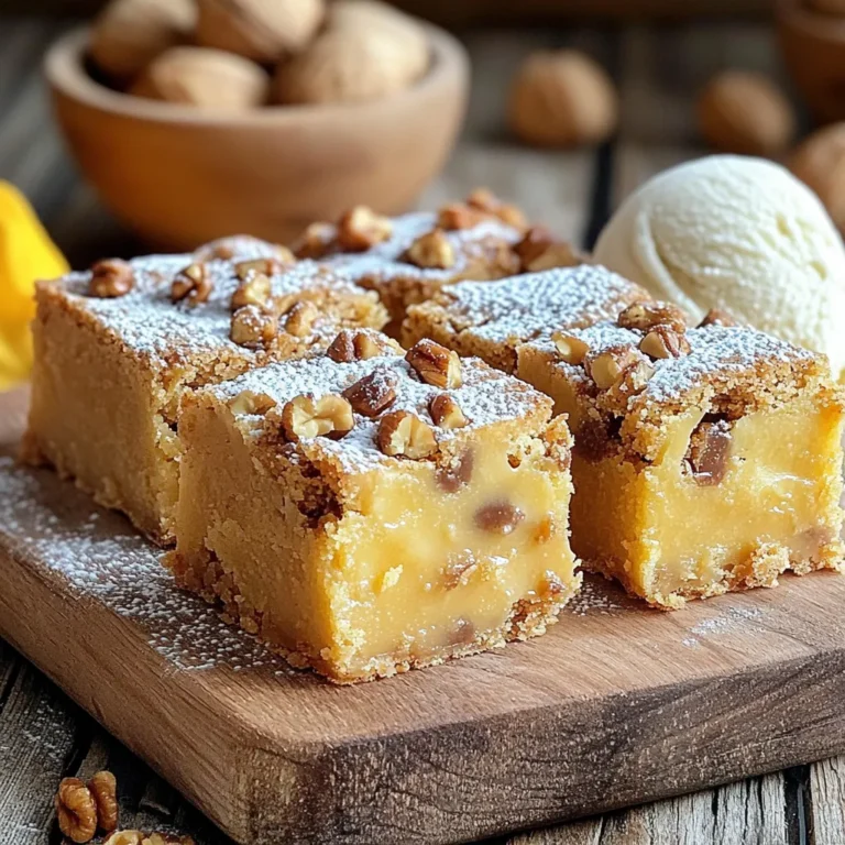 Für die Kauzigen Butter-Toffee Blondies brauchst du: - 1 Tasse ungesalzene Butter (2 Stück) - 1 Tasse brauner Zucker, fest gepackt - 1/2 Tasse Kristallzucker - 2 große Eier - 2 Teelöffel Vanilleextrakt - 2 Tassen Weizenmehl (Typ 405) - 1/2 Teelöffel Backpulver - 1/2 Teelöffel Natron - 1/4 Teelöffel Salz - 1 Tasse Toffee-Stückchen (oder gehackte Toffee-Süßigkeiten) - 1/2 Tasse gehackte Walnüsse oder Pekannüsse (optional) Die Wahl der Zutaten ist wichtig. Verwende frische Eier und hochwertige Butter. Achte darauf, dass der braune Zucker fest gepackt ist. Das gibt den Blondies eine tolle Textur. Das Mehl sollte Typ 405 sein, um die richtige Konsistenz zu erhalten. Du kannst auch verschiedene Toffee-Sorten ausprobieren, um den Geschmack zu variieren. Keine Walnüsse oder Pekannüsse? Kein Problem! Du kannst sie ganz weglassen oder durch Mandeln oder Haselnüsse ersetzen. Für eine glutenfreie Version nutze glutenfreies Mehl. Auch der braune Zucker kann durch Kokoszucker ersetzt werden. So bleibt der köstliche Geschmack, und du passt das Rezept an deine Bedürfnisse an. Heizen Sie den Ofen auf 175°C vor. Nehmen Sie eine 22x33 cm große Backform. Fetten Sie die Form gut ein oder legen Sie sie mit Backpapier aus. Dies hilft, die Blondies leicht herauszuholen. Schmelzen Sie die ungesalzene Butter in einem mittelgroßen Topf. Kochen Sie die Butter bei mittlerer Hitze. Rühren Sie oft, bis sie goldbraun wird. Dies dauert etwa 5 bis 7 Minuten. Achten Sie darauf, dass die Butter nicht anbrennt. Die braune Butter gibt den Blondies einen nussigen Geschmack. Lassen Sie sie kurz abkühlen, bevor Sie sie weiterverwenden. In einer großen Schüssel vermengen Sie den braunen Zucker und den Kristallzucker. Gießen Sie die warme braune Butter darüber. Rühren Sie gut um, bis alles vermischt ist. Fügen Sie die Eier nacheinander hinzu. Verquirlen Sie die Mischung nach jedem Ei. Rühren Sie dann den Vanilleextrakt unter. In einer anderen Schüssel mischen Sie das Weizenmehl, das Backpulver, das Natron und das Salz. Geben Sie die trockenen Zutaten schrittweise zur feuchten Mischung. Rühren Sie vorsichtig, bis alles gerade so verbunden ist. Heben Sie die Toffee-Stückchen und die Nüsse unter. Gießen Sie den Teig in die Backform. Streichen Sie ihn gleichmäßig glatt. Backen Sie die Blondies für 20 bis 25 Minuten. Die Ränder sollten goldbraun sein. Ein Zahnstocher sollte mit feuchten Krümeln herauskommen. Lassen Sie die Blondies mindestens 10 Minuten in der Form abkühlen. Heben Sie sie dann mit dem Backpapier heraus. Schneiden Sie die Blondies in gleichmäßige Quadrate. Servieren Sie sie warm oder bei Raumtemperatur. Für die besten Blondies achte auf die richtige Butter. Braune Butter gibt den besten Geschmack. Lass sie leicht abkühlen, bevor du sie mit Zucker vermischst. Rühre die Mischung nur bis alles gut verbunden ist. Zu langes Rühren kann die Blondies hart machen. Wenn deine Blondies zu fest sind, kann es sein, dass du zu viel Mehl genutzt hast. Achte darauf, die Zutaten genau abzuwiegen. Ist der Teig zu weich? Backe sie etwas länger, aber nicht zu viel. Ein Zahnstocher sollte mit feuchten Krümeln herauskommen, nicht mit nassem Teig. Backe die Blondies bei 175°C für 20-25 Minuten. Überprüfe sie nach 20 Minuten. Jeder Ofen ist anders. Wenn die Ränder goldbraun sind, sind sie fertig. Lass sie nach dem Backen mindestens 10 Minuten abkühlen. So behalten sie die Form besser beim Schneiden. {{image_4}} Du kannst deine chewy Brown Butter Toffee Blondies leicht anpassen. Füge Schokoladenstückchen hinzu, um mehr Süße zu bekommen. Dunkle oder Milchschokolade passen gut. Auch andere Nüsse wie Pekannüsse oder Mandeln sind eine tolle Wahl. Sie geben extra Crunch und Geschmack. Wenn du glutenfrei backen möchtest, ersetze das Weizenmehl. Nutze Mandelmehl oder eine glutenfreie Mehlmischung. Diese Alternativen sorgen für eine ähnliche Textur. Achte darauf, dass deine anderen Zutaten auch glutenfrei sind. So kannst du die Blondies sicher genießen. Um deine Blondies noch interessanter zu machen, spiele mit den Aromen. Ein Teelöffel Zimt bringt Wärme und Tiefe. Karamellaroma kann dem Rezept eine süße Note verleihen. Probiere auch andere Aromen aus, wie Kokos oder Espresso. So wird jedes Mal ein neues Geschmackserlebnis. Um die Chewy Brown Butter Toffee Blondies frisch zu halten, bewahre sie in einem luftdichten Behälter auf. Lege ein Stück Backpapier zwischen die Schichten, damit sie nicht zusammenkleben. Du kannst auch Frischhaltefolie verwenden, um die Feuchtigkeit einzuschließen. So bleiben die Blondies weich und lecker. Wenn du die Blondies richtig lagerst, halten sie sich bis zu einer Woche. Du kannst sie auch einfrieren, wenn du sie länger aufbewahren möchtest. Schneide die Blondies in Stücke und lege sie in einen gefrierfesten Beutel. Achte darauf, die Luft herauszudrücken. So bleiben sie bis zu drei Monate frisch. Zum Auftauen lege sie einfach einige Stunden in den Kühlschrank oder lasse sie bei Raumtemperatur auftauen. Wenn du die Blondies nach dem Lagern servierst, erwärme sie kurz in der Mikrowelle. Dies macht sie wieder weich und schmelzend. Du kannst sie auch mit Puderzucker bestäuben oder mit einer Kugel Vanilleeis servieren. So wird jedes Stück zu einem kleinen Fest. Die Chewy Brown Butter Toffee Blondies bleiben frisch für etwa fünf Tage. Lagern Sie sie in einem luftdichten Behälter. So bleibt die Konsistenz weich und lecker. Sie können auch die Stücke trennen, um ein Zusammenkleben zu vermeiden. Ja, Sie können die Blondies ohne Nüsse backen. Lassen Sie einfach die gehackten Walnüsse oder Pekannüsse weg. Die Blondies schmecken auch ohne Nüsse großartig. Sie sind dann noch weicher und intensiver im Geschmack. Der Hauptunterschied zwischen Blondies und Brownies liegt in den Zutaten. Blondies verwenden braunen Zucker und Vanille, während Brownies Schokolade enthalten. Blondies sind heller und haben einen süßeren, buttrigen Geschmack. Brownies sind dunkler und schokoladiger. Beide sind köstlich, aber sie bieten verschiedene Erlebnisse. Es gibt viele Möglichkeiten, die Blondies aufzupeppen. Fügen Sie Schokoladenstückchen hinzu, um einen schokoladigen Kick zu geben. Sie können auch getrocknete Früchte oder Kokosraspel einmischen. Eine Prise Zimt oder Muskatnuss kann den Geschmack noch verstärken. Experimentieren Sie mit verschiedenen Aromen, um Ihre perfekte Blondie zu finden! Im Blogbeitrag haben wir die wichtigsten Zutaten besprochen, die du brauchst, um leckere Blondies zu backen. Du hast gelernt, wie man die beste Butter auswählt, sowie Tipps für Substitutionen bekommen. Die Schritt-für-Schritt-Anleitung hilft dir beim Backen und Abkühlen. Wir haben auch Tipps für die perfekte Konsistenz und Variationen wie Schokolade oder glutenfreie Alternativen betrachtet. Zuletzt gab es Hinweise zur Aufbewahrung und Haltbarkeit. Experimentiere mit den Tipps und finde deine perfekten Blondies!