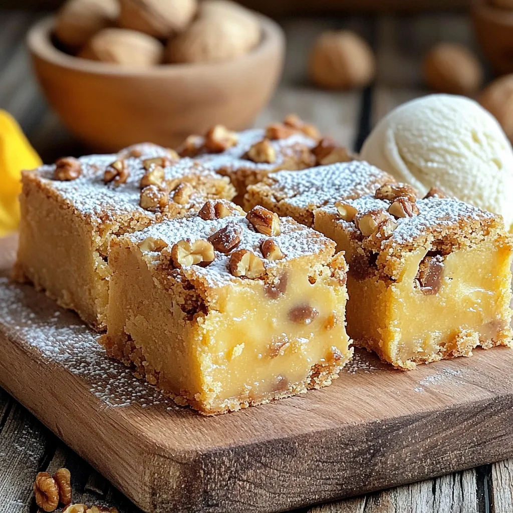 Für die Kauzigen Butter-Toffee Blondies brauchst du: - 1 Tasse ungesalzene Butter (2 Stück) - 1 Tasse brauner Zucker, fest gepackt - 1/2 Tasse Kristallzucker - 2 große Eier - 2 Teelöffel Vanilleextrakt - 2 Tassen Weizenmehl (Typ 405) - 1/2 Teelöffel Backpulver - 1/2 Teelöffel Natron - 1/4 Teelöffel Salz - 1 Tasse Toffee-Stückchen (oder gehackte Toffee-Süßigkeiten) - 1/2 Tasse gehackte Walnüsse oder Pekannüsse (optional) Die Wahl der Zutaten ist wichtig. Verwende frische Eier und hochwertige Butter. Achte darauf, dass der braune Zucker fest gepackt ist. Das gibt den Blondies eine tolle Textur. Das Mehl sollte Typ 405 sein, um die richtige Konsistenz zu erhalten. Du kannst auch verschiedene Toffee-Sorten ausprobieren, um den Geschmack zu variieren. Keine Walnüsse oder Pekannüsse? Kein Problem! Du kannst sie ganz weglassen oder durch Mandeln oder Haselnüsse ersetzen. Für eine glutenfreie Version nutze glutenfreies Mehl. Auch der braune Zucker kann durch Kokoszucker ersetzt werden. So bleibt der köstliche Geschmack, und du passt das Rezept an deine Bedürfnisse an. Heizen Sie den Ofen auf 175°C vor. Nehmen Sie eine 22x33 cm große Backform. Fetten Sie die Form gut ein oder legen Sie sie mit Backpapier aus. Dies hilft, die Blondies leicht herauszuholen. Schmelzen Sie die ungesalzene Butter in einem mittelgroßen Topf. Kochen Sie die Butter bei mittlerer Hitze. Rühren Sie oft, bis sie goldbraun wird. Dies dauert etwa 5 bis 7 Minuten. Achten Sie darauf, dass die Butter nicht anbrennt. Die braune Butter gibt den Blondies einen nussigen Geschmack. Lassen Sie sie kurz abkühlen, bevor Sie sie weiterverwenden. In einer großen Schüssel vermengen Sie den braunen Zucker und den Kristallzucker. Gießen Sie die warme braune Butter darüber. Rühren Sie gut um, bis alles vermischt ist. Fügen Sie die Eier nacheinander hinzu. Verquirlen Sie die Mischung nach jedem Ei. Rühren Sie dann den Vanilleextrakt unter. In einer anderen Schüssel mischen Sie das Weizenmehl, das Backpulver, das Natron und das Salz. Geben Sie die trockenen Zutaten schrittweise zur feuchten Mischung. Rühren Sie vorsichtig, bis alles gerade so verbunden ist. Heben Sie die Toffee-Stückchen und die Nüsse unter. Gießen Sie den Teig in die Backform. Streichen Sie ihn gleichmäßig glatt. Backen Sie die Blondies für 20 bis 25 Minuten. Die Ränder sollten goldbraun sein. Ein Zahnstocher sollte mit feuchten Krümeln herauskommen. Lassen Sie die Blondies mindestens 10 Minuten in der Form abkühlen. Heben Sie sie dann mit dem Backpapier heraus. Schneiden Sie die Blondies in gleichmäßige Quadrate. Servieren Sie sie warm oder bei Raumtemperatur. Für die besten Blondies achte auf die richtige Butter. Braune Butter gibt den besten Geschmack. Lass sie leicht abkühlen, bevor du sie mit Zucker vermischst. Rühre die Mischung nur bis alles gut verbunden ist. Zu langes Rühren kann die Blondies hart machen. Wenn deine Blondies zu fest sind, kann es sein, dass du zu viel Mehl genutzt hast. Achte darauf, die Zutaten genau abzuwiegen. Ist der Teig zu weich? Backe sie etwas länger, aber nicht zu viel. Ein Zahnstocher sollte mit feuchten Krümeln herauskommen, nicht mit nassem Teig. Backe die Blondies bei 175°C für 20-25 Minuten. Überprüfe sie nach 20 Minuten. Jeder Ofen ist anders. Wenn die Ränder goldbraun sind, sind sie fertig. Lass sie nach dem Backen mindestens 10 Minuten abkühlen. So behalten sie die Form besser beim Schneiden. {{image_4}} Du kannst deine chewy Brown Butter Toffee Blondies leicht anpassen. Füge Schokoladenstückchen hinzu, um mehr Süße zu bekommen. Dunkle oder Milchschokolade passen gut. Auch andere Nüsse wie Pekannüsse oder Mandeln sind eine tolle Wahl. Sie geben extra Crunch und Geschmack. Wenn du glutenfrei backen möchtest, ersetze das Weizenmehl. Nutze Mandelmehl oder eine glutenfreie Mehlmischung. Diese Alternativen sorgen für eine ähnliche Textur. Achte darauf, dass deine anderen Zutaten auch glutenfrei sind. So kannst du die Blondies sicher genießen. Um deine Blondies noch interessanter zu machen, spiele mit den Aromen. Ein Teelöffel Zimt bringt Wärme und Tiefe. Karamellaroma kann dem Rezept eine süße Note verleihen. Probiere auch andere Aromen aus, wie Kokos oder Espresso. So wird jedes Mal ein neues Geschmackserlebnis. Um die Chewy Brown Butter Toffee Blondies frisch zu halten, bewahre sie in einem luftdichten Behälter auf. Lege ein Stück Backpapier zwischen die Schichten, damit sie nicht zusammenkleben. Du kannst auch Frischhaltefolie verwenden, um die Feuchtigkeit einzuschließen. So bleiben die Blondies weich und lecker. Wenn du die Blondies richtig lagerst, halten sie sich bis zu einer Woche. Du kannst sie auch einfrieren, wenn du sie länger aufbewahren möchtest. Schneide die Blondies in Stücke und lege sie in einen gefrierfesten Beutel. Achte darauf, die Luft herauszudrücken. So bleiben sie bis zu drei Monate frisch. Zum Auftauen lege sie einfach einige Stunden in den Kühlschrank oder lasse sie bei Raumtemperatur auftauen. Wenn du die Blondies nach dem Lagern servierst, erwärme sie kurz in der Mikrowelle. Dies macht sie wieder weich und schmelzend. Du kannst sie auch mit Puderzucker bestäuben oder mit einer Kugel Vanilleeis servieren. So wird jedes Stück zu einem kleinen Fest. Die Chewy Brown Butter Toffee Blondies bleiben frisch für etwa fünf Tage. Lagern Sie sie in einem luftdichten Behälter. So bleibt die Konsistenz weich und lecker. Sie können auch die Stücke trennen, um ein Zusammenkleben zu vermeiden. Ja, Sie können die Blondies ohne Nüsse backen. Lassen Sie einfach die gehackten Walnüsse oder Pekannüsse weg. Die Blondies schmecken auch ohne Nüsse großartig. Sie sind dann noch weicher und intensiver im Geschmack. Der Hauptunterschied zwischen Blondies und Brownies liegt in den Zutaten. Blondies verwenden braunen Zucker und Vanille, während Brownies Schokolade enthalten. Blondies sind heller und haben einen süßeren, buttrigen Geschmack. Brownies sind dunkler und schokoladiger. Beide sind köstlich, aber sie bieten verschiedene Erlebnisse. Es gibt viele Möglichkeiten, die Blondies aufzupeppen. Fügen Sie Schokoladenstückchen hinzu, um einen schokoladigen Kick zu geben. Sie können auch getrocknete Früchte oder Kokosraspel einmischen. Eine Prise Zimt oder Muskatnuss kann den Geschmack noch verstärken. Experimentieren Sie mit verschiedenen Aromen, um Ihre perfekte Blondie zu finden! Im Blogbeitrag haben wir die wichtigsten Zutaten besprochen, die du brauchst, um leckere Blondies zu backen. Du hast gelernt, wie man die beste Butter auswählt, sowie Tipps für Substitutionen bekommen. Die Schritt-für-Schritt-Anleitung hilft dir beim Backen und Abkühlen. Wir haben auch Tipps für die perfekte Konsistenz und Variationen wie Schokolade oder glutenfreie Alternativen betrachtet. Zuletzt gab es Hinweise zur Aufbewahrung und Haltbarkeit. Experimentiere mit den Tipps und finde deine perfekten Blondies!